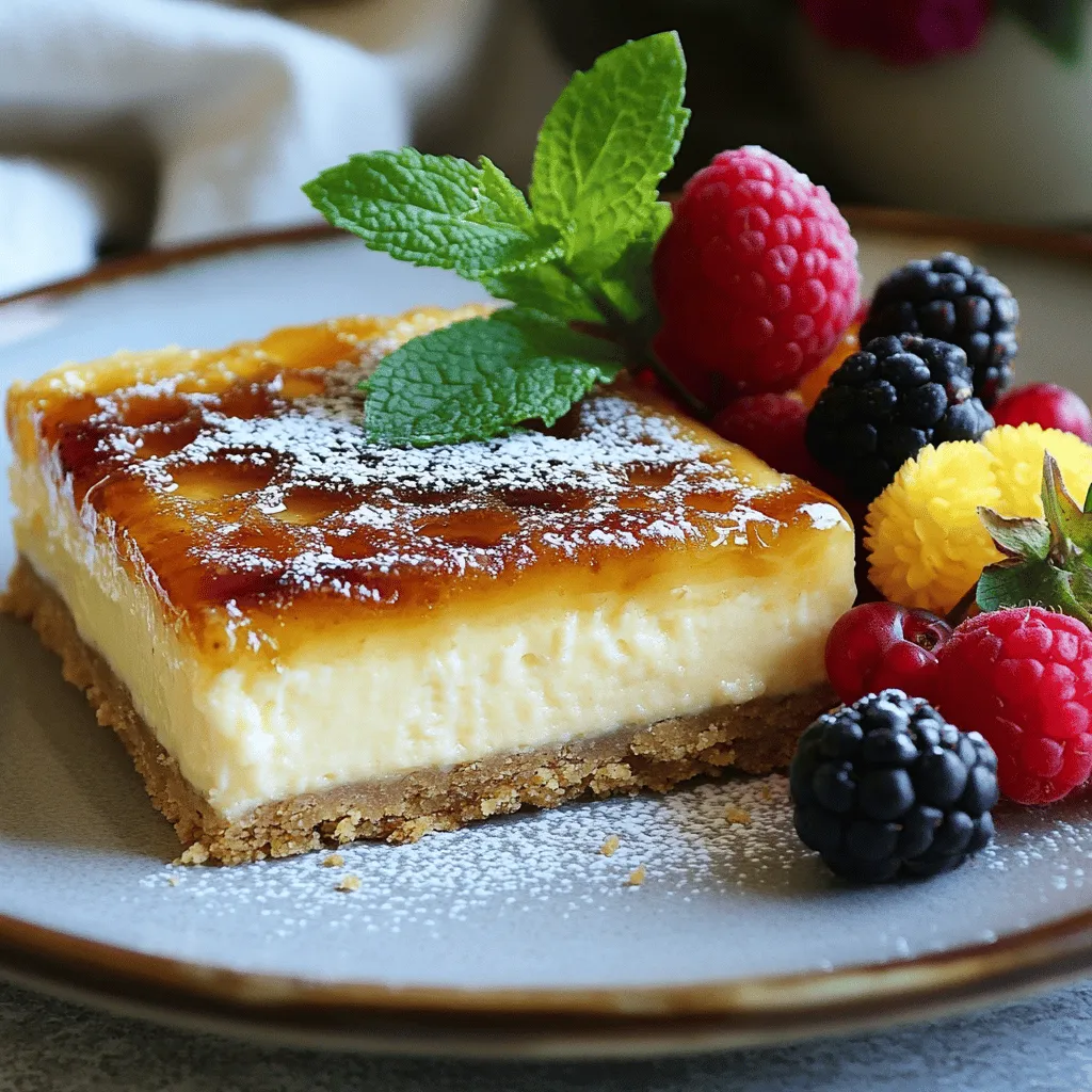 Um leckere Crème Brûlée Cheesecake Bars zu machen, brauchen wir einige wichtige Zutaten. Sie brauchen 200 g zerdrückte Butterkekse, 100 g geschmolzene Butter, 600 g Frischkäse, 150 g Zucker, 2 große Eier, 1 Teelöffel Vanilleextrakt, 1 Teelöffel Zitronensaft, 1/4 Teelöffel Salz, 100 ml Sahne und 2-3 Esslöffel braunen Zucker zum Karamellisieren. Diese Zutaten machen die Bars cremig und süß.