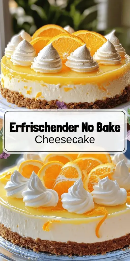 Entdecke das perfekte Sommerdessert mit meinem leckeren No Bake Orange Creamsicle Cheesecake! Diese fruchtige und cremige Köstlichkeit ist einfach zuzubereiten und benötigt kein Backen. Ideal für Grillpartys oder als süßer Abschluss an einem heißen Tag. Lass dich von vielfältigen Varianten inspirieren und genieße die erfrischenden Aromen von Orange. Klicke jetzt für das vollständige Rezept und erlebe den Geschmack des Sommers!