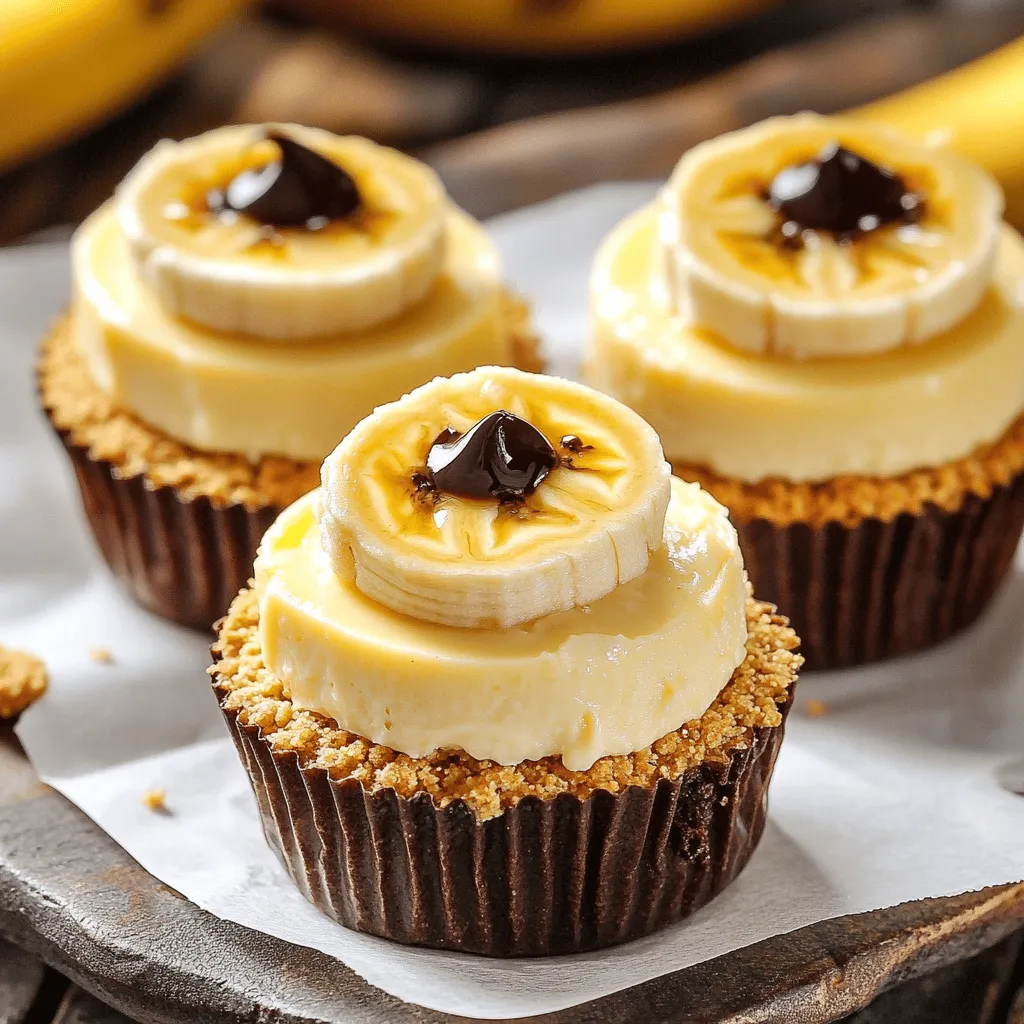 Für leckere Mini-Bananenpudding-Cheesecakes brauchst du einige wichtige Zutaten. Du benötigst 1 ½ Tassen Graham Cracker Krümel als Basis. Diese geben den kleinen Käsekuchen den perfekten Crunch. Füge ½ Tasse geschmolzene Butter hinzu, um die Krümel zu binden.