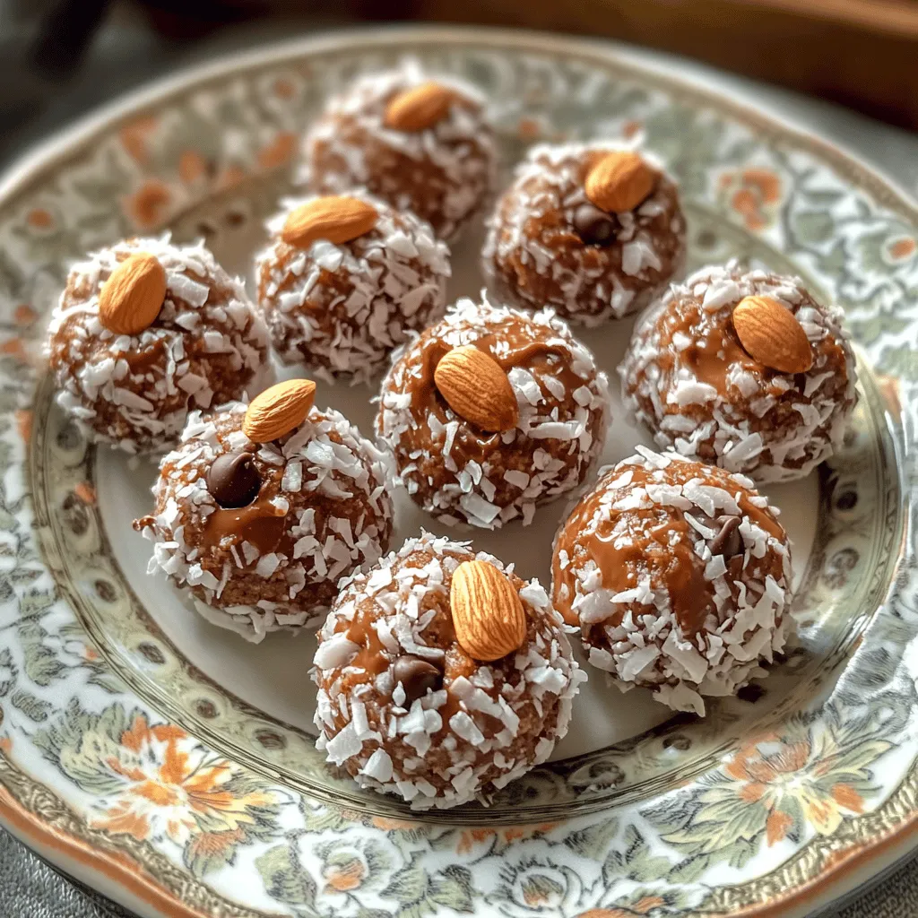 Für die Almond Joy Energiebissen benötigst du folgende Zutaten: - 1 Tasse Haferflocken (gerollt) - 1/2 Tasse ungesüßete Kokosraspeln - 1/2 Tasse Mandelbutter - 1/4 Tasse Honig oder Ahornsirup - 1/4 Tasse Zartbitter-Schokoladenstückchen (bei Bedarf milchfrei) - 1/4 Tasse ganze Mandeln - 1 Teelöffel Vanilleextrakt - 1/4 Teelöffel Meersalz Diese Zutaten sind einfach zu finden. Sie geben den Bissen den vollen Geschmack und die nötige Energie. Jede Portion hat viel Geschmack und Energie. Diese Bissen sind reich an Ballaststoffen und gesunden Fetten. Sie sind ideal für einen schnellen Snack. Hier sind einige wichtige Nährwerte pro Portion: - Kalorien: etwa 140 - Protein: 4 g - Kohlenhydrate: 15 g - Fett: 8 g - Zucker: 5 g (natürlich aus Honig und Schokolade) Diese Nährwerte zeigen, dass du mit diesen Bissen gut versorgt bist. Die Wahl der richtigen Zutaten macht einen großen Unterschied. Achte darauf, frische Mandeln und hochwertige Schokolade zu verwenden. Ungesüßte Kokosraspeln geben dir einen leckeren Geschmack, ohne zusätzlichen Zucker. Mandelbutter sollte rein sein und keine Zusatzstoffe enthalten. Diese Qualität sorgt für den besten Geschmack in deinen Energiebissen. Wenn du mehr über das Rezept erfahren möchtest, schau dir das [Full Recipe] an. Um die Almond Joy Energiebissen zu machen, brauchst du ein paar Dinge. Du solltest eine große Rührschüssel und eine separate Schüssel haben. Stelle auch einen Löffel oder einen Schneebesen bereit. Das macht das Mischen einfacher. Lege ein Backblech mit Backpapier aus. Das hilft beim Kühlen der Bällchen. 1. In der großen Rührschüssel vermischst du die Haferflocken und die Kokosraspeln. Rühre gut um, damit alles gleichmäßig verteilt ist. 2. In der separaten Schüssel gibst du die Mandelbutter, den Honig oder Ahornsirup, den Vanilleextrakt und das Meersalz. Vermische alles mit einem Löffel oder einem Schneebesen, bis es eine glatte Paste ist. 3. Jetzt gießt du die Mandelbuttermischung über die Hafer- und Kokosmischung. Rühre gut um, damit alle Zutaten zusammenkommen. 4. Füge die Zartbitter-Schokoladenstückchen und die ganzen Mandeln hinzu. Rühre vorsichtig, damit die Schokoladenstückchen nicht zerbrechen. 5. Stelle die Mischung für 15-20 Minuten in den Kühlschrank. Das hilft, die Mischung fester zu machen. 6. Nach dem Kühlen nimmst du einen Esslöffel und portionierst die Mischung. Forme kleine Bälle aus jeder Portion. 7. Lege die Bällchen auf das Backblech und stelle sie für 30 Minuten in den Kühlschrank. Das macht sie schön fest. Wenn du die Bällchen formst, benutze leicht feuchte Hände. Das hilft, dass die Mischung nicht kleben bleibt. Du kannst auch eine kleine Menge Kokosraspeln auf einen Teller legen. Rolle die Bällchen darin, um einen zusätzlichen Geschmack zu bekommen. Achte darauf, die Bällchen nicht zu groß zu machen; sie sollten einen Biss haben. Diese Energiebissen sind eine tolle, gesunde Snack-Option! Einer der häufigsten Fehler ist die falsche Mischung der Zutaten. Wenn du die Mandelbutter und die Süße nicht gut vermischst, wird die Textur nicht gut. Achte darauf, dass alles gleichmäßig ist. Ein weiterer Fehler ist, die Mischung nicht genug zu kühlen. Wenn sie zu warm ist, formen sich die Bällchen schwer. Kühle sie immer ausreichend, damit sie fest werden. Vielleicht magst du es nicht zu süß. Du kannst die Menge an Honig oder Ahornsirup leicht reduzieren. Probiere es aus! Du kannst auch andere Süßstoffe verwenden, wie Datteln oder Agavendicksaft. Achte darauf, dass du die Konsistenz anpasst. Wenn du weniger Flüssigkeit nimmst, kann es trockener werden. Die Kühlzeit ist wichtig für die Form der Bällchen. Ich empfehle, die Mischung zuerst 15-20 Minuten zu kühlen. Danach forme die Bällchen und kühl sie noch einmal für 30 Minuten. Das gibt den Bällchen die richtige Festigkeit. Du kannst sie auch über Nacht kühlen, um die Aromen zu intensivieren. Wenn du die Bällchen länger kühlst, sind sie noch besser. Für das komplette Rezept schau dir die [Full Recipe] an. {{image_4}} Um deine Almond Joy Energiebissen noch besser zu machen, kannst du zusätzliche Zutaten hinzufügen. Probiere zum Beispiel: - Getrocknete Früchte: Füge Rosinen oder Cranberries für eine fruchtige Note hinzu. - Nüsse: Walnüsse oder Pekannüsse bringen einen neuen Crunch. - Gewürze: Eine Prise Zimt oder Muskatnuss kann den Geschmack vertiefen. Diese Varianten machen die Bissen interessant und lecker. Wenn du eine glutenfreie oder vegane Diät einhältst, ist das kein Problem! Nutze einfach: - Glutenfreie Haferflocken: Stelle sicher, dass sie als glutenfrei gekennzeichnet sind. - Vegane Süßungsmittel: Ersetze Honig durch Ahornsirup oder Agavendicksaft. - Vegane Schokolade: Wähle dunkle Schokolade ohne Milchbestandteile. Diese Anpassungen sorgen dafür, dass alle genießen können. Um deine Bissen noch ansprechender zu machen, denke an verschiedene Toppings. Hier sind einige Ideen: - Kakaopulver: Bestäube die Bissen leicht für einen schokoladigen Kick. - Kokosraspeln: Streue sie oben drauf für mehr Textur. - Nüsse: Zerhackte Mandeln oder Haselnüsse verleihen den Bissen das gewisse Etwas. Mit diesen einfachen Änderungen wird dein Snack zum Hingucker! Um die Almond Joy Energiebissen frisch zu halten, bewahre sie in einem luftdichten Behälter auf. Du kannst sie im Kühlschrank oder Gefrierschrank lagern. Achte darauf, dass der Behälter gut verschlossen ist. So bleiben die Bissen lange lecker und knackig. Im Kühlschrank halten die Energiebissen etwa eine Woche. Wenn du sie länger aufbewahren möchtest, friere sie ein. So bleiben sie bis zu drei Monate frisch. Vergiss nicht, die Bissen in Portionen zu verpacken. So hast du immer einen schnellen Snack bereit. Um die Bissen schnell zu genießen, lege sie in kleine Beutel. So kannst du dir einfach einen Beutel herausnehmen. Ein weiterer guter Tipp ist, die Bissen auf der obersten Ablage im Kühlschrank zu platzieren. So sind sie leicht zu finden, wenn der kleine Hunger kommt. Die Energiebissen sind bis zu einer Woche im Kühlschrank haltbar. Bewahre sie in einem luftdichten Behälter auf. Wenn du sie einfrierst, bleiben sie bis zu drei Monate frisch. Das macht sie zum perfekten Snack für die ganze Woche. Ja, du kannst andere Nüsse verwenden. Cashews oder Walnüsse sind tolle Alternativen. Diese Nüsse geben dem Snack einen anderen Geschmack. Achte darauf, die Nüsse grob zu hacken, damit sie gut in die Mischung passen. Ja, diese Energiebissen sind sehr kinderfreundlich. Sie sind süß und nahrhaft. Du kannst die Schokoladenstückchen anpassen, um den Geschmack zu ändern. Kinder lieben diesen gesunden Snack. Es ist eine tolle Möglichkeit, ihnen gesunde Zutaten zu geben. In diesem Blogbeitrag haben wir die wichtigsten Zutaten für Energiebissen besprochen. Du hast gelernt, wie du hochwertige Zutaten auswählst und die Nährwerte berücksichtigst. Mit der Schritt-für-Schritt-Anleitung kannst du einfach loslegen. Wir haben häufige Fehler behandelt und dir Tipps für Anpassungen gegeben. Zudem gibt es Varianten für jeden Geschmack und Informationen zur Lagerung. Denke daran, dass diese Bissen gesund und lecker sind. Experimentiere und finde deine perfekte Mischung. So bleibt das Kochen spannend!