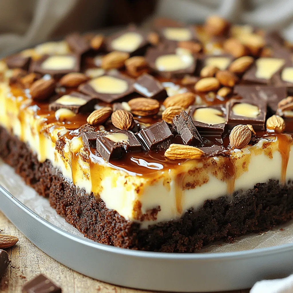 Um deinen Caramel Brownie Cheesecake zu machen, benötigst du einige einfache Zutaten. Für die Brownies brauchst du 200 g Zartbitterschokolade, 150 g Butter und 250 g Zucker. Außerdem benötigst du 3 große Eier, 100 g Mehl, 30 g Kakaopulver und eine Prise Salz. Für die Käsekuchenfüllung sind 600 g Frischkäse, 150 g Zucker, 2 große Eier und 1 TL Vanilleextrakt wichtig. Zudem benötigst du 200 g Karamellsoße, die du selbst machen oder kaufen kannst. Dekoriere den Kuchen mit Schokoladenspänen, Karamellsauce und gehackten Nüssen nach Wahl.