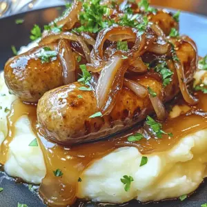 Irische Bangers and Mash mit Guinness Soße lecker