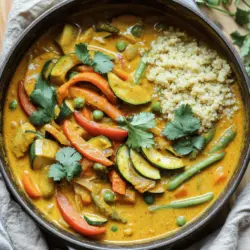 - 1 Esslöffel Kokosnussöl - 1 mittelgroße Zwiebel, gewürfelt - 3 Knoblauchzehen, fein gehackt - 1 Esslöffel Ingwer, gerieben - 1 Karotte, in Scheiben geschnitten - 1 rote Paprika, grob gehackt - 1 Zucchini, gewürfelt - 1 Tasse grüne Bohnen, geputzt und in 2,5 cm Stücke geschnitten Die Basis für mein Gemüse-Curry beginnt mit Kokosnussöl. Es bringt einen tollen Geschmack. Ich verwende frische Zwiebeln, Knoblauch und Ingwer. Diese Zutaten geben dem Gericht Tiefe. Die Wahl des Gemüses ist wichtig. Karotten, Paprika, Zucchini und grüne Bohnen sind ideal. Sie sind bunt und gesund. Die Farben machen das Essen schön und ansprechend. - 2 Esslöffel Currypulver - 1 Teelöffel Kurkuma - 1 Dose (400 g) Kichererbsen, abgetropft und abgespült - 1 Dose (400 g) Kokosmilch - 1 Tasse Gemüsebrühe - Salz und Pfeffer nach Geschmack - Frischer Koriander zur Garnitur - Gekochter Reis oder Quinoa zum Servieren (optional) Die Gewürze sind der Schlüssel zum Geschmack. Currypulver und Kurkuma sorgen für Wärme und Farbe. Die Kichererbsen machen das Curry nahrhaft. Sie fügen eine tolle Textur hinzu. Kokosmilch macht das Gericht cremig. Gemüsebrühe bringt zusätzliche Flüssigkeit und Geschmack. Vergiss nicht, das Curry mit Salz und Pfeffer abzuschmecken. Frischer Koriander gibt dem Gericht einen letzten Schliff. Serviere das Curry mit Reis oder Quinoa für ein vollwertiges Mahl. Du findest das vollständige Rezept weiter oben. Zuerst würfelst du die Zwiebel. Nimm eine scharfe Klinge, um das Schneiden einfach zu machen. Dann schneide das Gemüse in Stücke. Du kannst Karotten, Paprika, Zucchini und grüne Bohnen verwenden. Achte darauf, alles gleichmäßig zu schneiden. So garen die Stücke gleichmäßig. Erhitze das Kokosnussöl in einem großen Topf. Warte, bis das Öl heiß ist. Füge dann die gewürfelte Zwiebel hinzu. Brate sie für 3-4 Minuten, bis sie weich ist. Gib den fein gehackten Knoblauch und den geriebenen Ingwer dazu. Koche alles eine weitere Minute. Jetzt kommt die in Scheiben geschnittene Karotte in den Topf. Brate sie etwa 5 Minuten lang an, bis sie weich wird. Mische dann die andere Gemüse dazu. Lasse alles für weitere 5 Minuten garen und rühre ab und zu um. Füge die abgetropften Kichererbsen, die Kokosmilch und die Gemüsebrühe hinzu. Streue das Currypulver und den Kurkuma darüber. Bringe die Mischung zum Kochen. Reduziere dann die Hitze auf niedrig. Lass das Curry 15-20 Minuten köcheln. Achte darauf, zwischendurch zu probieren. Schmecke mit Salz und Pfeffer ab. Wenn es fertig ist, serviere es warm. Garniere es mit frischem Koriander. Du kannst auch gekochten Reis oder Quinoa dazu reichen. Wenn du mehr wissen möchtest, schau dir das Full Recipe an. Um die ideale Konsistenz für dein Gemüse-Curry zu finden, musst du oft anpassen. Wenn dein Curry zu dick ist, füge mehr Gemüsebrühe oder Kokosmilch hinzu. Ein Spritzer Wasser kann auch helfen. Umgekehrt, wenn das Curry zu dünn ist, koche es einfach länger. Die Flüssigkeit reduziert sich und das Curry wird dicker. Eine Mischung aus Stärke und Wasser kann ebenfalls helfen, das Curry zu binden. Frische Kräuter machen einen großen Unterschied. Koriander passt perfekt zu deinem Curry. Zerkleinere ihn fein und streue ihn beim Servieren darüber. Ein Spritzer frischer Limette bringt Frische und hebt die Aromen an. Probiere auch frischen Ingwer oder Chili für mehr Tiefe. Diese Zutaten sind einfach zu finden und machen dein Curry lebendiger. Einige häufige Fehler sind leicht zu vermeiden. Achte darauf, die Zwiebeln gut anzubraten. So werden sie süß und aromatisch. Lass den Knoblauch nicht zu lange braten. Er kann schnell bitter werden. Wenn du die Gewürze hinzufügst, achte darauf, sie gut zu vermischen. Das sorgt für einen gleichmäßigen Geschmack. Mit diesen einfachen Techniken wird dein Gemüse-Curry immer lecker. Für das vollständige Rezept schau dir das [Full Recipe] an. {{image_4}} Du kannst dein Gemüse-Curry ganz einfach anpassen. Nutze saisonales Gemüse, das du magst. Im Frühling sind Spargel und Erbsen perfekt. Im Sommer passen Zucchini und Auberginen. Im Herbst kannst du Kürbis und Rosenkohl verwenden. Diese Auswahl bringt frische Aromen ins Gericht. Wenn du vegan kochen möchtest, lasse die Kichererbsen einfach weg. Füge stattdessen mehr Gemüse hinzu. Du kannst auch Tofu oder Tempeh verwenden. Diese Optionen sind nahrhaft und lecker. Wenn du nicht vegan bist, kannst du auch Hähnchen oder Garnelen hinzufügen. So wird dein Curry noch gehaltvoller. Die Gewürze machen dein Curry besonders. Du kannst die Schärfe durch Chili steigern. Füge eine kleine Menge frischen Chili oder Chiliflocken hinzu. Probiere auch andere Gewürze wie Kreuzkümmel oder Koriandersamen. Diese verleihen dem Curry tiefe Aromen. Für eine exotische Note kannst du auch Garam Masala verwenden. Jedes Mal, wenn du das Curry kochst, kannst du mit den Gewürzen spielen. Reis oder Quinoa sind tolle Begleiter. Aber es gibt auch andere Optionen. Du kannst das Curry mit Naan-Brot servieren. Das Brot saugt die köstliche Sauce auf. Eine andere Idee ist, das Curry in eine Tortilla zu wickeln. So hast du einen schnellen Wrap. Wenn du es noch gesünder möchtest, probiere Blumenkohlreis. Das passt perfekt zu deinem Gemüse-Curry. Für mehr Inspiration schau dir das Full Recipe an. Reste von Gemüse-Curry sind einfach zu lagern. Du solltest das Curry in einem luftdichten Behälter im Kühlschrank aufbewahren. So bleibt es frisch. Es hält sich bis zu drei Tage. Achte darauf, dass das Curry abgekühlt ist, bevor du es in den Kühlschrank stellst. So vermeidest du Kondenswasser. Du kannst das Curry auch in Portionen aufteilen. So hast du immer eine schnelle Mahlzeit parat. Wenn du das Curry länger aufbewahren möchtest, friere es ein. Verwende dafür gefriergeeignete Behälter oder Beutel. Achte darauf, das Curry gut abzukühlen. Fülle die Behälter nicht zu voll. Das Curry dehnt sich beim Gefrieren aus. So bleibt der Behälter dicht. Du kannst das Curry bis zu drei Monate im Gefrierfach lagern. Um das Curry wieder heiß zu machen, gibt es einige gute Methoden. Die beste ist die Verwendung eines Topfes. Erhitze das Curry bei mittlerer Hitze. Rühre oft um, damit es gleichmäßig warm wird. Füge etwas Wasser oder Brühe hinzu, falls das Curry zu dick ist. Du kannst auch die Mikrowelle nutzen. Achte darauf, das Curry in einem mikrowellengeeigneten Behälter zu erhitzen. Decke den Behälter ab, um Spritzer zu vermeiden. So bleibt der Geschmack frisch. Für das vollständige Rezept schau dir das [Full Recipe] an. Das Gemüse-Curry hält sich im Kühlschrank etwa 3 bis 5 Tage. Lagere es in einem luftdichten Behälter. Im Gefrierfach bleibt es bis zu 3 Monate gut. Achte darauf, das Curry gut abzukühlen, bevor du es einfrierst. Das schützt den Geschmack und die Textur. Zum Auftauen, stelle es über Nacht in den Kühlschrank. Ja, frisches Gemüse ist ideal für dieses Curry. Du kannst jede Art von Gemüse verwenden, das du magst. Karotten, Zucchini und Paprika sind perfekt. Achte darauf, dass das Gemüse frisch ist. Frische Zutaten bringen mehr Geschmack und Nährstoffe. Wenn du saisonales Gemüse nimmst, schmeckt es noch besser. Das macht das Curry bunt und gesund. Ja, das Rezept ist sehr anpassbar. Wenn du Allergien hast, kannst du die Kichererbsen durch Linsen ersetzen. Kokosmilch kann durch Soja- oder Mandelmilch ersetzt werden. Achte darauf, glutenfreie Brühe zu nutzen, falls nötig. So kannst du das Curry sicher genießen, ohne auf den Geschmack zu verzichten. Das Gemüse-Curry ist einfach und lecker. Wir haben die besten Zutaten, die Zubereitung und Tipps besprochen. Auch Variationen und Lagerung waren Themen. Du kannst das Curry leicht anpassen und nach deinem Geschmack verfeinern. Mit diesen Schritten und Tricks gelingt dir ein tolles Gericht. Probiere es aus und bringe neue Aromen in deine Küche. So wird jedes Essen zu einem Highlight.