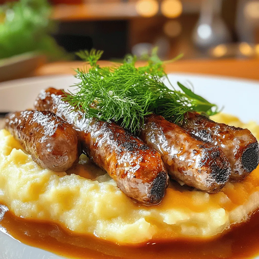 Um ein einfaches Rezept für Bangers and Mash zuzubereiten, brauchst du einige Zutaten. Du benötigst sechs würzige Schweinswürste. Kartoffeln sind ein Hauptbestandteil, also nimm etwa 800 Gramm. Außerdem brauchst du 200 Milliliter Milch und 50 Gramm Butter. Eine Zwiebel, zwei Esslöffel Mehl, und 500 Milliliter Gemüsebrühe sind wichtig für die Sauce. Senf, Salz und Pfeffer runden den Geschmack ab. Frische Petersilie sorgt für eine schöne Garnitur.