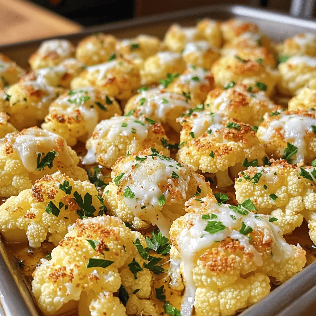 Für diese köstliche Beilage brauchen Sie: - 1 große Blume Blumenkohl, in Röschen zerteilt - 4 Knoblauchzehen, fein gehackt - 1/2 Tasse frisch geriebener Parmesan - 1/4 Tasse Olivenöl Diese Zutaten bilden die Basis für den vollen Geschmack. Blumenkohl hat einen milden Geschmack und nimmt Aromen gut auf. Der Knoblauch sorgt für eine intensive Würze. Parmesan bringt eine leckere, salzige Note. Zusätzlich benötigen Sie: - 1 Teelöffel getrockneter Oregano - 1 Teelöffel Paprika - Salz und Pfeffer nach Geschmack Oregano fügt das mediterrane Flair hinzu, während Paprika eine schöne Farbe und leichte Süße bringt. Salz und Pfeffer runden alles ab und verstärken die Aromen. Für die perfekte Präsentation und den letzten Schliff: - Frische Petersilie, gehackt (zum Garnieren) Die gehackte Petersilie sorgt für Frische und einen Farbkontrast. Sie bringt auch eine feine Kräuternote, die das Gericht aufwertet. Probieren Sie, die Petersilie kurz vor dem Servieren hinzuzufügen, um die Aromen zu bewahren. Für das gesamte Rezept, schauen Sie sich die [Full Recipe] an. Heizen Sie Ihren Ofen auf 220°C (425°F) vor. Dies sorgt für eine perfekte Röstaromatik. Während der Ofen aufheizt, nehmen Sie eine große Schüssel. Teilen Sie den Blumenkohl in Röschen. Diese sollten gleich groß sein, damit sie gleichmäßig garen. Fügen Sie die fein gehackten Knoblauchzehen hinzu. Der Knoblauch gibt dem Gericht einen tollen Geschmack. Gießen Sie das Olivenöl in die Schüssel. Es hilft, die Röschen goldbraun zu machen. Würzen Sie mit Oregano, Paprika, Salz und Pfeffer. Mischen Sie alles gut, bis die Röschen gleichmäßig bedeckt sind. Jetzt kommt der Parmesan ins Spiel. Streuen Sie die Hälfte des frisch geriebenen Käses über die Blumenkohlmischung. Mischen Sie alles erneut. Der Käse haftet so besser an den Röschen. Dies sorgt für einen köstlichen, knusprigen Belag. Parmesan bringt auch einen tollen, salzigen Geschmack. Achten Sie darauf, dass jeder Bissen Käse hat. Legen Sie ein Backblech mit Backpapier aus. Verteilen Sie die Blumenkohlmischung gleichmäßig darauf. Lassen Sie genug Platz zwischen den Röschen. So können sie richtig rösten und werden schön knusprig. Stellen Sie das Blech in den vorgeheizten Ofen. Rösten Sie den Blumenkohl für 20-25 Minuten. Wenden Sie die Röschen nach der Hälfte der Zeit um. Sie sollten goldbraun und zart sein. In den letzten 5 Minuten streuen Sie den restlichen Parmesan darüber. Lassen Sie den Käse schmelzen und sprudeln. Nehmen Sie das Blech heraus und garnieren Sie den Blumenkohl mit frisch gehackter Petersilie. Servieren Sie ihn heiß, um den besten Geschmack zu genießen. Für die vollständige Anleitung schauen Sie sich das Full Recipe an. Um die beste Röstung zu erreichen, achte auf die Temperatur. Ein heißer Ofen sorgt für knusprige Ränder. Verteile die Blumenkohlröschen gleichmäßig auf dem Blech. Lass genug Platz zwischen ihnen. Wenn sie sich berühren, halten sie die Feuchtigkeit und werden weich. Wende die Röschen zur Hälfte der Röstzeit. So bräunen sie gleichmäßig. Möchtest du etwas Neues ausprobieren? Füge ein wenig Zitronenabrieb hinzu. Dies bringt Frische. Du kannst auch geräucherten Paprika verwenden. Dieser gibt einen tiefen, rauchigen Geschmack. Ein Hauch von Chili oder Cayennepfeffer bringt etwas Schärfe. Experimentiere auch mit verschiedenen Käsesorten. Feta oder Cheddar können tolle Alternativen sein. Serviere den Knoblauch Parmesan Röstblumenkohl als Beilage zu Fleisch oder Fisch. Er passt gut zu gegrilltem Hühnchen oder Lachs. Du kannst ihn auch in einem Salat verwenden. Füge ihn zu grünem Blattgemüse hinzu. Ein Spritzer Balsamico-Reduktion macht das Gericht besonders. Probiere es mit gerösteten Nüssen für zusätzlichen Crunch. Möchtest du die Reste aufbewahren? Sie schmecken auch kalt in einem Wrap oder Sandwich. Für das vollständige Rezept sieh dir die [Full Recipe] an. {{image_4}} Wenn du diese Röstblumenkohl-Rezept magst, kannst du es leicht anpassen. Du kannst einen veganen Käse verwenden, um den Parmesan zu ersetzen. Es gibt viele leckere Optionen. Auch kannst du die Petersilie weglassen, um es einfacher zu machen. So bleibt das Gericht vegan und frisch. Die Gewürze machen viel aus. Wenn du etwas anderes probieren möchtest, denk an verschiedene Kräuter. Thymian oder Rosmarin passen gut dazu. Du kannst auch Chili-Flocken für etwas Schärfe hinzufügen. Experimentiere, um deinen eigenen Geschmack zu finden! Röstblumenkohl schmeckt toll, wenn du ihn mit anderen Gemüsen mischst. Karotten oder Paprika bringen Farbe und Geschmack. Auch Brokkoli kann gut dazu passen. Mische alles zusammen und röste es gemeinsam. So bekommst du eine bunte und gesunde Beilage. Für das ganze Rezept, schau dir die [Full Recipe] an. Nachdem du deinen Knoblauch Parmesan Röstblumenkohl zubereitet hast, lass die Röschen auf Raumtemperatur abkühlen. Dann lege sie in einen luftdichten Behälter. Im Kühlschrank bleibt der Blumenkohl bis zu drei Tage frisch. Zum Aufwärmen kannst du die Röschen einfach in den Ofen geben. Bei 180°C (350°F) erwärmst du sie für etwa 10-15 Minuten. So bleiben sie knusprig und lecker. Röstblumenkohl ist im Kühlschrank bis zu drei Tage haltbar. Achte darauf, ihn gut zu lagern. Wenn du ihn länger aufbewahren möchtest, friere ihn ein. So bleibt sein Geschmack und seine Textur erhalten. Tiefgefrorener Blumenkohl kann bis zu drei Monate halten. Um Röstblumenkohl einzufrieren, lasse ihn zuerst abkühlen. Lege die Röschen dann auf ein Backblech in einer einzigen Schicht. Friere sie für ein paar Stunden ein, bis sie fest sind. Danach kannst du sie in einen Beutel oder Behälter umfüllen. So verhinderst du, dass sie zusammenkleben. Zum Auftauen lege die Röschen einfach über Nacht in den Kühlschrank. Du kannst sie dann im Ofen oder in der Pfanne aufwärmen. So schmecken sie fast wie frisch zubereitet. Für mehr Details zur Zubereitung kannst du die [Full Recipe] ansehen. Röstblumenkohl braucht etwa 20 bis 25 Minuten. Achte darauf, ihn bei 220°C (425°F) zu rösten. Wende die Röschen zur Hälfte der Zeit. So werden sie gleichmäßig goldbraun und zart. Du willst, dass sie knusprig sind. Wenn du sie zu lange röstest, könnten sie trocken werden. Ja, du kannst einen anderen Käse wählen! Feta oder Gouda sind tolle Alternativen. Sie geben einen anderen Geschmack. Parmesan hat einen starken Geschmack. Du kannst auch einen milderen Käse probieren. Mische verschiedene Käsesorten für mehr Tiefe. Achte darauf, dass der Käse gut schmilzt. Ja, Röstblumenkohl ist gesund! Blumenkohl ist kalorienarm und reich an Ballaststoffen. Er hat viele Vitamine und Mineralien. Das Olivenöl ist eine gute Fettquelle. Parmesan fügt etwas Protein hinzu, aber in Maßen. Du kannst die Menge an Öl und Käse anpassen. So machst du das Gericht noch gesünder. Für das vollständige Rezept schau dir den Abschnitt "Full Recipe" an. Röstblumenkohl mit Knoblauch und Parmesan kann einfach zubereitet werden. Wir haben die Hauptzutaten, Gewürze und verschiedene Garnituren besprochen. Schritt für Schritt habe ich gezeigt, wie man ihn perfekt zubereitet. Mit einigen Tipps und Tricks haben Sie das beste Ergebnis. Sie können auch Variationen ausprobieren und lernen, wie man Röstblumenkohl aufbewahrt. Schmecken Sie die verschiedenen Möglichkeiten und finden Sie Ihre Favoriten. Kochen macht Spaß und dieser Blumenkohl ist ein Hit!