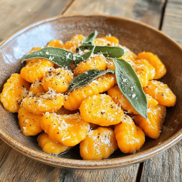 - 2 mittelgroße Süßkartoffeln, geschält und in Würfel geschnitten - 1 Tasse Weizenmehl (plus mehr zum Bestäuben) - 1 Ei, leicht geschlagen Für die Süßkartoffel-Gnocchi brauchst du drei Hauptzutaten. Die Süßkartoffeln geben den Gnocchi ihren süßen Geschmack. Das Weizenmehl bindet alles zusammen. Das Ei hilft, die Gnocchi zu formen. - 1/2 Teelöffel Salz - 1/4 Teelöffel Muskatnuss, frisch gerieben - Frisch gemahlener schwarzer Pfeffer, nach Geschmack Die Gewürze machen deine Gnocchi besonders. Salz hebt den Geschmack hervor. Muskatnuss fügt eine warme Note hinzu. Schwarzer Pfeffer gibt einen kleinen Kick. - 4 Esslöffel ungesalzene Butter - 6 frische Salbeiblätter, grob gehackt - Parmesan, zum Servieren (optional) Für die Salbeibutter sind die Zutaten einfach. Die Butter sorgt für einen reichhaltigen Geschmack. Der frische Salbei bringt ein herbes Aroma. Parmesan als Topping ist lecker, aber optional. Für das vollständige Rezept schau dir bitte [Full Recipe] an. Um die Süßkartoffeln zu kochen, bringe einen großen Topf mit gesalzenem Wasser zum Kochen. Füge die gewürfelten Süßkartoffeln hinzu. Koche sie etwa 15 Minuten, bis sie zart sind. Danach gieße sie ab und lasse sie etwas abkühlen. Zerdrücke die Süßkartoffeln in einer Schüssel zu einem glatten Püree. Für den Gnocchi-Teig vermische ich das Süßkartoffelpüree mit einem geschlagenen Ei, einer Tasse Mehl, Salz und Muskatnuss in einer großen Schüssel. Rühre alles gut um, bis du einen glatten Teig hast. Pass auf, dass du den Teig nicht zu lange bearbeitest. Wenn er zu klebrig ist, gib mehr Mehl hinzu. Teile den Teig in vier gleich große Stücke auf einer bemehlten Arbeitsfläche. Rolle jedes Stück zu einer langen Rolle, etwa 1,5 cm dick. Schneide die Rollen in 2,5 cm große Stücke. Optional kannst du die Stücke über eine Gabel rollen, um Rillen zu formen. Diese Rillen helfen, die Sauce später besser zu halten. Koche die Gnocchi in gesalzenem Wasser. Wenn sie an die Oberfläche steigen, koche sie noch 1-2 Minuten. Nimm sie mit einem Schaumlöffel heraus. Für die Salbeibutter schmelze die Butter in einer großen Pfanne bei mittlerer Hitze. Füge die gehackten Salbeiblätter hinzu und brate sie etwa 2-3 Minuten an. Die Butter sollte leicht braun sein und der Salbei knusprig werden. Gib die Gnocchi vorsichtig in die Pfanne mit der Salbeibutter. Schwenke sie sanft, damit sie gleichmäßig mit der Butter überzogen werden. Würze sie nach Geschmack mit frisch gemahlenem Pfeffer. Serviere die Gnocchi warm und streue optional frisch geriebenen Parmesan darüber. Ein kraftvolles Rezept, das du unbedingt ausprobieren solltest! Für das vollständige Rezept, schau dir die Anleitung an. Der Gnocchi-Teig braucht die richtige Konsistenz. Beginne mit einem glatten Süßkartoffelpüree. Achte darauf, dass du genug Mehl hinzufügst, um den Teig nicht zu klebrig zu machen. Wenn der Teig zu fest wird, kann er hart werden. Ich empfehle, das Mehl schrittweise hinzuzufügen. Du kannst auch etwas mehr verwenden, wenn nötig. Das Kochen der Gnocchi ist entscheidend. Bring einen großen Topf mit gesalzenem Wasser zum Köcheln. Gib die Gnocchi portionsweise ins Wasser. Warte, bis sie aufsteigen. Das zeigt, dass sie fertig sind. Lass sie dann noch 1-2 Minuten im Wasser. So bleiben sie schön weich. Nutze einen Schaumlöffel, um sie herauszunehmen. So behältst du ihre Form. Die Präsentation macht viel aus. Gib die Gnocchi auf einen großen Teller oder in eine Schüssel. Für das besondere Etwas, garniere sie mit knusprigem Salbei und etwas Parmesan. Frisch gemahlener Pfeffer verleiht dem Gericht einen tollen Geschmack. Achte darauf, die Gnocchi gleichmäßig zu verteilen. So sieht das Gericht appetitlich aus. Wenn du mehr über die Zubereitung erfahren möchtest, schaue dir das Full Recipe an. {{image_4}} Wenn du glutenfrei kochen möchtest, probiere glutenfreies Mehl. Es gibt viele gute Optionen. Such nach einer Mischung, die für Pasta gedacht ist. Diese Mehle haben oft eine ähnliche Textur wie Weizenmehl. Achte darauf, dass du die Menge an Mehl anpasst. Glutenfreies Mehl kann mehr Flüssigkeit aufnehmen. So bleibt der Teig geschmeidig. Um die Gnocchi interessanter zu machen, kannst du verschiedene Aromen hinzufügen. Probiere Kräuter wie Thymian oder Oregano. Diese Kräuter geben dem Gericht einen neuen Geschmack. Du kannst auch geriebene Zitrusschale verwenden. Das bringt Frische in die Gnocchi. Ein Hauch von Chili kann für etwas Schärfe sorgen. Experimentiere mit deinen Lieblingsgewürzen. Für vegetarische Beilagen sind die Möglichkeiten unbegrenzt. Serviere die Gnocchi mit gebratenem Gemüse. Zucchini, Paprika oder Spinat passen hervorragend dazu. Eine einfache Tomatensauce ist auch eine gute Wahl. Du kannst die Gnocchi mit einem Salat aus frischen Blättern kombinieren. Füge Nüsse oder Samen hinzu für den Crunch. Diese Variationen machen das Gericht noch leckerer. Für das vollständige Rezept für Süßkartoffel-Gnocchi mit Salbei, schau dir die [Full Recipe] an. Um die gekochten Gnocchi frisch zu halten, lege sie in einen luftdichten Behälter. Du kannst sie auch in einer Schüssel mit Frischhaltefolie abdecken. Achte darauf, dass sie gut abgekühlt sind, bevor du sie lagerst. So bleibt ihre Textur besser erhalten. Du kannst die Gnocchi bis zu drei Tage im Kühlschrank aufbewahren. Gnocchi lassen sich hervorragend einfrieren. Lege sie auf ein Backblech, ohne dass sie sich berühren. Friere sie für etwa 30 Minuten ein, bis sie fest sind. Danach kannst du die gefrorenen Gnocchi in einen Gefrierbeutel umfüllen. So bleiben sie nicht zusammenkleben. Diese Methode hilft dir, Gnocchi für bis zu drei Monate einzufrieren. Im Kühlschrank sind die Gnocchi bis zu drei Tage haltbar. Wenn du sie im Gefrierschrank lagerst, kannst du sie bis zu drei Monate verwenden. Achte darauf, sie gut zu verpacken, um Frostbrand zu vermeiden. Wenn du sie auftauen möchtest, lasse sie einfach über Nacht im Kühlschrank. So bleiben sie geschmackvoll und zart. Wenn du mehr über die Zubereitung erfahren möchtest, schau dir das [Full Recipe] an. Gnocchi sind am besten frisch. Wenn du sie aufbewahren willst, lege sie in einen Behälter. Du kannst sie bis zu drei Tage im Kühlschrank lagern. Stelle sicher, dass der Behälter gut verschlossen ist. Wenn du Gnocchi länger aufbewahren möchtest, friere sie ein. So bleiben sie bis zu drei Monate frisch. Ja, du kannst die Süßkartoffeln ersetzen. Du kannst normale Kartoffeln verwenden. Auch Kürbis oder Butternusskürbis sind tolle Alternativen. Sie bieten einen ähnlichen Geschmack und eine gute Textur. Achte darauf, dass die Alternativen gut püriert sind. Du kannst Gnocchi auch ohne Ei machen. Ersetze das Ei mit einer kleinen Menge Wasser oder Pflanzenmilch. Mische die Süßkartoffeln, das Mehl, Salz und Muskatnuss gut. Achte darauf, dass der Teig nicht zu klebrig wird. Das Ergebnis wird trotzdem lecker sein. Zu Gnocchi passen viele Beilagen und Saucen. Eine einfache Tomatensauce ist immer beliebt. Auch eine cremige Käsesauce oder Pesto passt gut. Du kannst auch frisches Gemüse oder einen Salat dazu servieren. Diese Kombinationen machen dein Gericht noch schmackhafter. Für mehr Ideen schaue dir das Full Recipe an. Süßkartoffel-Gnocchi sind einfach zuzubereiten und lecker. Wir haben die Hauptzutaten besprochen sowie verschiedene Tipps für die Zubereitung. Ich habe Ihnen gezeigt, wie Sie perfekte Gnocchi machen und diese mit köstlicher Salbeibutter kombinieren. Denken Sie daran, dass Sie die Zutaten variieren können, um neue Aromen zu schaffen. Lagern Sie die Gnocchi richtig, um sie frisch zu halten. Genießen Sie Ihre selbstgemachten Gnocchi und probieren Sie die verschiedenen Variationen aus!