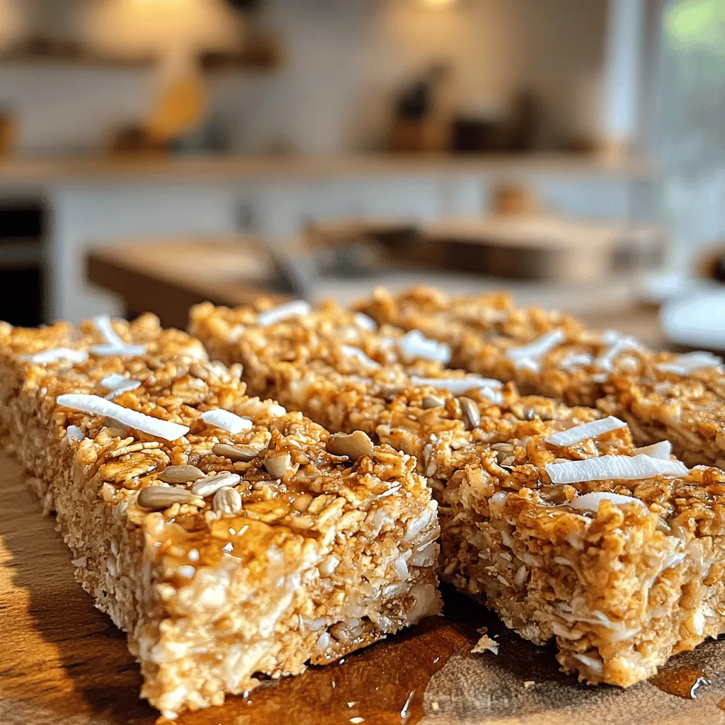 Um köstliche nussfreie Granola-Riegel zu machen, benötigen Sie: - 2 Tassen Haferflocken - 1 Tasse Puffreis - 1 Tasse Sonnenblumenkerne - 1/2 Tasse ungesüßte Kokosraspeln - 1/2 Tasse Honig oder Ahornsirup - 1/4 Tasse ungesüßtes Apfelmus - 1/4 Tasse Kokosöl, geschmolzen - 1 Teelöffel Vanilleextrakt - 1/2 Teelöffel Zimt - 1/4 Teelöffel Salz Diese Zutaten sorgen für die ideale Basis. Haferflocken bieten Ballaststoffe. Puffreis gibt den Riegeln eine leichte, knusprige Textur. Sonnenblumenkerne sind eine tolle Proteinquelle. Um den Riegeln mehr Geschmack zu verleihen, können Sie diese Zutaten hinzufügen: - 1/2 Tasse Trockenfrüchte (wie Cranberries oder Rosinen) - 1/2 Tasse Schokoladenstückchen Trockenfrüchte bringen Süße und Fruchtgeschmack. Schokoladenstückchen geben dem Snack einen süßen Kick. Achten Sie beim Einkaufen auf frische und hochwertige Zutaten. Wählen Sie Bio-Haferflocken, wenn möglich. Sie sind frei von Chemikalien. Suchen Sie nach ungesüßten Kokosraspeln. Diese sind gesünder und geschmackvoller. Frische Sonnenblumenkerne haben einen besseren Geschmack. Überprüfen Sie die Verpackung auf ein Haltbarkeitsdatum. Das hilft, die besten Zutaten zu wählen. Bei Honig oder Ahornsirup sollte es sich um reine Produkte handeln. So bleiben die Riegel gesund und lecker. Für mehr Details und die genaue Zubereitung schauen Sie sich das [Full Recipe] an. Zuerst heizen Sie Ihren Ofen auf 180°C vor. Dies sorgt dafür, dass die Riegel gleichmäßig backen. Nehmen Sie eine 20x20 cm große Backform. Legen Sie sie mit Backpapier aus. Lassen Sie etwas Papier über den Rand hängen. So können Sie die Riegel später einfach herausnehmen. Nehmen Sie eine große Schüssel. Geben Sie die Haferflocken, den Puffreis, die Sonnenblumenkerne und die Kokosraspeln hinein. Fügen Sie auch das Salz hinzu. Mischen Sie alles gut. So verteilt sich der Geschmack gleichmäßig. Diese Mischung bildet die Basis für Ihre Riegel. In einer separaten Schüssel nehmen Sie den Honig oder den Ahornsirup. Fügen Sie das Apfelmus, das geschmolzene Kokosöl, den Vanilleextrakt und den Zimt hinzu. Rühren Sie alles mit einem Schneebesen gut zusammen. Diese Mischung macht die Riegel süß und saftig. Gießen Sie die feuchte Mischung über die trockenen Zutaten. Rühren Sie alles gut um, bis alles gleichmäßig benetzt ist. Falls gewünscht, können Sie jetzt Trockenfrüchte oder Schokoladenstückchen hinzufügen. Übertragen Sie die Mischung in die Backform. Drücken Sie sie mit einem Spatel fest und gleichmäßig hinein. Backen Sie die Riegel für etwa 20 Minuten. Sie sollten goldbraun sein. Lassen Sie die Riegel in der Form vollständig abkühlen. Nutzen Sie den Überhang des Backpapiers, um die Riegel herauszuheben. Schneiden Sie die Masse in Riegel oder Quadrate. Lagern Sie die Riegel in einem luftdichten Behälter. So bleiben sie frisch. Für das vollständige Rezept schauen Sie sich den Abschnitt "Nussfreie Genuss-Granola-Riegel" an. Bei der Zubereitung von nussfreien Granola-Riegeln gibt es einige häufige Fehler. Ein großer Fehler ist, die Mischung nicht gut zu drücken. Wenn die Mischung locker bleibt, bricht der Riegel leicht. Drücken Sie die Mischung fest in die Form, damit sie gut zusammenhält. Ein weiterer Fehler ist, die Riegel zu lange zu backen. Achten Sie darauf, die Riegel nur bis zum Goldbraun zu backen. Wenn sie zu dunkel sind, werden sie hart und trocken. Um die Frische der Granola-Riegel zu bewahren, verwenden Sie einen luftdichten Behälter. So bleiben die Riegel weich und lecker. Lagern Sie sie an einem kühlen, trockenen Ort. Sie können die Riegel auch im Kühlschrank aufbewahren. So bleiben sie noch länger frisch. Wenn Sie viele Riegel machen, können Sie einige einfrieren. Wickeln Sie die Riegel in Frischhaltefolie und legen Sie sie in einen Behälter. So sind sie bis zu drei Monate haltbar. Es gibt viele Wege, die Granola-Riegel zu variieren. Fügen Sie verschiedene Trockenfrüchte hinzu, wie Datteln, Feigen oder Äpfel. Diese sorgen für eine süße Note. Für einen schokoladigen Geschmack können Sie Schokoladenstückchen verwenden. Probieren Sie auch verschiedene Gewürze aus. Zimt, Muskat oder Vanille können den Geschmack verändern. Denken Sie daran, die Mischung nach Ihrem Geschmack anzupassen. So wird jeder Riegel zu einem persönlichen Genuss. {{image_4}} Granola-Riegel sind toll, und sie sind leicht anpassbar. Hier sind einige Varianten, die du ausprobieren kannst. Trockenfrüchte bringen Süße und Farbe. Du kannst Cranberries, Rosinen oder Aprikosen verwenden. Diese Früchte sind nährstoffreich und geben deinen Riegeln einen fruchtigen Geschmack. Einfach 1/2 Tasse Trockenfrüchte in die Mischung einarbeiten. So wird jeder Biss fruchtig und lecker. Wenn du Schokolade magst, sind schokoladige Granola-Riegel perfekt für dich. Füge einfach 1/2 Tasse Zartbitterschokoladenstückchen hinzu. Diese schmelzen leicht und machen die Riegel besonders schokoladig. Du wirst den Geschmack lieben, und sie sind ein großartiger Snack für jeden Tag. Um deine Granola-Riegel noch gesünder zu machen, kannst du Samen oder Proteinpulver hinzufügen. Chiasamen oder Leinsamen sind gute Optionen. Sie erhöhen den Nährstoffgehalt und machen die Riegel sättigender. Du kannst auch etwas Proteinpulver in die feuchte Mischung geben. So hast du einen Snack, der dir Energie gibt und lange satt hält. Jede dieser Varianten bringt neuen Geschmack in deine nussfreien Granola-Riegel. Probiere sie aus und finde deine Lieblingskombination! Wenn du mehr über die Zubereitung erfahren möchtest, schaue dir das Full Recipe an. Nussfreie Granola-Riegel sind eine tolle Snack-Option. Wenn du sie richtig lagerst, bleiben sie frisch. In einem luftdichten Behälter halten sie bis zu einer Woche bei Raumtemperatur. Du kannst sie auch im Kühlschrank aufbewahren. So bleiben sie bis zu zwei Wochen frisch. Achte darauf, dass sie nicht in der Nähe von Feuchtigkeit sind. Feuchtigkeit macht sie weich und weniger lecker. Einfrieren ist eine gute Idee, wenn du mehr Riegel machen willst. Teile die Riegel in Portionen und wickele sie gut in Frischhaltefolie. Lege sie dann in einen Gefrierbeutel. So bleiben sie bis zu drei Monate haltbar. Wenn du einen Riegel essen möchtest, lass ihn einfach über Nacht im Kühlschrank auftauen. Du kannst ihn auch kurz in die Mikrowelle legen, um ihn schnell zu erwärmen. Luftdichte Behälter sind der Schlüssel zur Frische. Sie schützen die Riegel vor Luft und Feuchtigkeit. Verwende Glas- oder Kunststoffbehälter mit festem Deckel. So bleiben die Riegel knusprig und lecker. Wenn du mehrere Geschmäcker hast, beschrifte die Behälter. So findest du schnell deinen Lieblingssnack. Um die Granola-Riegel vegan zu machen, ersetzen Sie den Honig durch Ahornsirup oder Agavendicksaft. Diese süßen Alternativen bieten den gleichen Geschmack. Achten Sie darauf, dass auch das Kokosöl aus einer nachhaltigen Quelle stammt. So bleibt Ihre Mischung rein pflanzlich. Wenn Sie keinen Honig verwenden möchten, gibt es mehrere Optionen. Sie können: - 1/2 Tasse Ahornsirup - 1/2 Tasse Agavendicksaft - 1/2 Tasse Dattelpaste Diese Süßstoffe bieten einen ähnlichen Geschmack und eine ähnliche Konsistenz. Wählen Sie den, der Ihnen am besten gefällt. Ja, nussfreie Granola-Riegel sind gesund! Sie enthalten wertvolle Zutaten wie Haferflocken, Sonnenblumenkerne und Kokosraspeln. Diese Zutaten liefern Ballaststoffe und gesunde Fette. Zusätzlich sind sie frei von verarbeiteten Zuckern, wenn Sie natürliche Süßstoffe verwenden. Mit der richtigen Auswahl an Zutaten können sie ein nahrhafter Snack sein. Ideal für Kinder und Erwachsene! Zusammenfassend haben wir gelernt, wie man nussfreie Granola-Riegel herstellt. Wir haben die Haupt- und optionalen Zutaten besprochen und Tipps zur Auswahl gegeben. Die Schritt-für-Schritt-Anleitung zeigt, wie leicht es ist, diese Riegel zu machen. Wir haben auch häufige Fehler und geeignete Lagerungen behandelt. Diese Riegel sind vielseitig und können an verschiedene Geschmäcker angepasst werden. Denke daran, kreativ zu sein und deinen eigenen Twist hinzuzufügen. Snacke gut und gesund!
