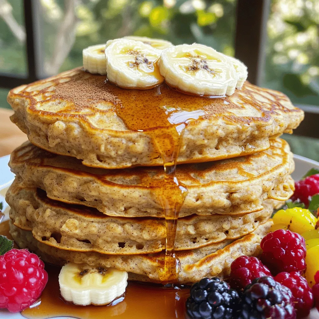 Um leckere Bananen-Haferflocken-Pfannkuchen zu machen, benötigst du diese Zutaten: - 1 reife Banane, zerdrückt - 1 Tasse Haferflocken - 1 Tasse Milch (Milch oder pflanzliche Milchalternative) - 1 Teelöffel Backpulver - 1/2 Teelöffel Zimt - 1/4 Teelöffel Salz - 1 Esslöffel Honig oder Ahornsirup (optional) - 1 Ei (oder Flachs-Ei für vegane Option) - Kochspray oder Butter zum Braten Die genauen Maßangaben sind wichtig für den Geschmack. Hier ein Überblick: - 1 reife Banane: Wähle eine, die braune Flecken hat. - 1 Tasse Haferflocken: Am besten sind zarte Haferflocken. - 1 Tasse Milch: Du kannst Kuhmilch oder Mandelmilch verwenden. - 1 Teelöffel Backpulver: Es hilft den Pfannkuchen, schön fluffig zu werden. - 1/2 Teelöffel Zimt: Das gibt ein warmes Aroma. - 1/4 Teelöffel Salz: Für den Geschmack. - 1 Esslöffel Honig oder Ahornsirup: Optional für mehr Süße. - 1 Ei: Es bindet die Mischung. Ein Flachs-Ei ist eine gute vegane Option. - Kochspray oder Butter: Für die Pfanne, damit nichts anklebt. Frische Zutaten machen einen großen Unterschied. Hier sind meine Tipps: - Bananen: Wähle braune, reife Bananen. Sie sind süßer. - Haferflocken: Achte darauf, dass sie frisch sind. Überprüfe das Haltbarkeitsdatum. - Milch: Wenn du pflanzliche Milch wählst, teste verschiedene Sorten aus. - Eier: Achte darauf, dass sie frisch sind. Mache den Wassertest: Sinkt das Ei? Dann ist es frisch. Verwende diese Zutaten für die besten Bananen-Haferflocken-Pfannkuchen! Du findest das vollständige Rezept im [Full Recipe]. Nehmen Sie eine reife Banane und zerdrücken Sie sie in einer Schüssel. Eine Gabel oder ein Kartoffelstampfer funktioniert gut. Zerdrücken Sie die Banane, bis sie schön glatt ist. Achten Sie darauf, dass keine großen Stücke übrig bleiben. Eine gut zerdrückte Banane macht die Pfannkuchen süßer und feuchter. Fügen Sie nun die Haferflocken, Milch, Backpulver, Zimt, Salz und das Ei zur Banane hinzu. Rühren Sie alles gut um. Es ist wichtig, dass die Zutaten gleichmäßig verteilt sind. Wenn Sie Honig oder Ahornsirup möchten, geben Sie diese jetzt hinzu. Lassen Sie die Mischung etwa 5-10 Minuten ruhen. So können die Haferflocken die Flüssigkeit aufnehmen und die Pfannkuchen werden besser. Heizen Sie eine beschichtete Pfanne bei mittlerer Hitze vor. Fetten Sie die Pfanne leicht mit Kochspray oder Butter ein. Nehmen Sie etwa 1/4 Tasse des Teigs und geben Sie ihn in die Pfanne. Backen Sie die Pfannkuchen für 2-3 Minuten. Wenn Blasen auf der Oberfläche erscheinen, ist es Zeit, sie zu wenden. Braten Sie die andere Seite für weitere 1-2 Minuten, bis sie goldbraun ist. Übertragen Sie die fertigen Pfannkuchen auf einen Teller und wiederholen Sie den Vorgang mit dem restlichen Teig. Für mehr Details können Sie das [Full Recipe] einsehen. Ein häufiger Fehler ist, die Banane nicht richtig zu zerdrücken. Sie sollte ganz glatt sein. Klumpige Bananen machen die Pfannkuchen ungleichmäßig. Ein weiterer Fehler ist, die Pfanne nicht vorzuheizen. Eine kalte Pfanne führt zu klebrigen Pfannkuchen. Achte darauf, den Teig nicht zu lange zu rühren. Zu viel Rühren macht die Pfannkuchen zäh. Um fluffigere Pfannkuchen zu bekommen, lasse den Teig ruhen. Das gibt den Haferflocken Zeit, Flüssigkeit aufzunehmen. Füge ein wenig mehr Backpulver hinzu, wenn du einen luftigen Effekt willst. Eine extra Eiweiß-Schlag kann auch helfen. Schlage das Eiweiß separat und hebe es vorsichtig unter den Teig. So werden die Pfannkuchen leichter. Für die perfekte Präsentation stapel die Pfannkuchen auf einem Teller. Träufle Ahornsirup oder Honig darüber. Frische Beeren sind eine tolle Ergänzung. Du kannst auch in Scheiben geschnittene Bananen und einen Hauch Zimt hinzufügen. Diese Kombination sieht nicht nur gut aus, sie schmeckt auch großartig! Probiere die Pfannkuchen mit griechischem Joghurt für mehr Cremigkeit. {{image_4}} Es gibt viele tolle Variationen der Bananen-Haferflocken-Pfannkuchen. Diese Pfannkuchen sind sehr anpassbar und bieten viele Möglichkeiten, um sie zu verbessern. Für eine vegane Version dieser Pfannkuchen können Sie das Ei durch ein Flachs-Ei ersetzen. Mischen Sie dazu einen Esslöffel gemahlenen Leinsamen mit drei Esslöffeln Wasser. Lassen Sie die Mischung einige Minuten stehen, bis sie gelartig wird. Verwenden Sie anstelle von Milch pflanzliche Milch wie Mandel- oder Hafermilch. So bleiben die Pfannkuchen lecker und vegan. Um den Geschmack zu variieren, fügen Sie gerne zusätzliche Zutaten hinzu. Nüsse wie Walnüsse oder Mandeln geben den Pfannkuchen einen tollen Crunch. Schokoladensplitter sind besonders beliebt bei Kindern und bringen einen süßen Akzent. Auch Zimt oder Vanilleextrakt können den Geschmack anpassen und verfeinern. Für eine glutenfreie Variante verwenden Sie glutenfreie Haferflocken. Diese sind in vielen Supermärkten erhältlich. Achten Sie darauf, dass die Haferflocken als glutenfrei gekennzeichnet sind. Sie können auch Buchweizenmehl oder Mandelmehl verwenden, um die Pfannkuchen eine andere Textur zu geben. So genießen Sie die Pfannkuchen auch ohne Gluten. Entdecken Sie die vielen Variationen und finden Sie Ihre Lieblingskombination! Für das vollständige Rezept schauen Sie sich die [Full Recipe] an. Um übrig gebliebene Pfannkuchen frisch zu halten, lege sie in einen luftdichten Behälter. Du kannst auch Backpapier zwischen die Pfannkuchen legen. So kleben sie nicht zusammen. Stelle den Behälter in den Kühlschrank. So bleiben sie bis zu drei Tage gut. Wenn du mehr Pfannkuchen gemacht hast, kannst du sie einfrieren. Lasse die Pfannkuchen zuerst abkühlen. Lege sie dann in eine Gefrierbeutel oder einen luftdichten Behälter. Du kannst sie bis zu zwei Monate einfrieren. Beschrifte die Verpackung mit dem Datum, damit du den Überblick behältst. Um die Pfannkuchen wieder aufzuwärmen, gibt es einige Methoden. Du kannst sie in der Mikrowelle aufwärmen. Lege einen Pfannkuchen auf einen Teller und erhitze ihn für 20-30 Sekunden. Für einen knusprigen Rand, brate sie in einer Pfanne. Erhitze die Pfanne ohne Öl bei mittlerer Hitze. Leg den Pfannkuchen für 1-2 Minuten hinein. So schmecken sie fast wie frisch gemacht. Wenn du die Pfannkuchen aufbewahren möchtest, schau dir das [Full Recipe] an. Bananen-Haferflocken-Pfannkuchen haben etwa 150 Kalorien pro Portion. Die genauen Kalorien können je nach Zutaten variieren. Wenn du Honig oder Ahornsirup hinzufügst, kann die Kalorienzahl steigen. Es ist eine gesunde Option für Frühstück oder Snack. Ja, du kannst gefrorene Bananen verwenden. Sie sind weich und leicht zu zerdrücken. Achte darauf, sie vorher aufzutauen. Gefrorene Bananen geben den Pfannkuchen eine süße Note und sind praktisch, wenn frische Bananen fehlen. Die Pfannkuchen bleiben im Kühlschrank etwa 3 bis 5 Tage frisch. Lagere sie in einem luftdichten Behälter. Du kannst die Pfannkuchen auch einfrieren. So bleiben sie bis zu 3 Monate haltbar. Erwärme sie einfach in der Mikrowelle oder in einer Pfanne. Bananen-Haferflocken-Pfannkuchen sind einfach und lecker. Sie bieten gesunde Zutaten, die frisch und nahrhaft sind. Die Schritt-für-Schritt-Anleitung hilft dir, tolle Pfannkuchen zu machen. Vermeide häufige Fehler, um fluffige Ergebnisse zu erzielen. Denke an Variationen, um jedes Mal etwas Neues zu probieren. Mit den Tipps zur Lagerung bleibst du flexibel in der Küche. Experimentiere und finde deinen perfekten Pfannkuchen! Du hast jetzt alles, um deine Familie zu begeistern. Mach die Küche zu deinem kreativen Raum!