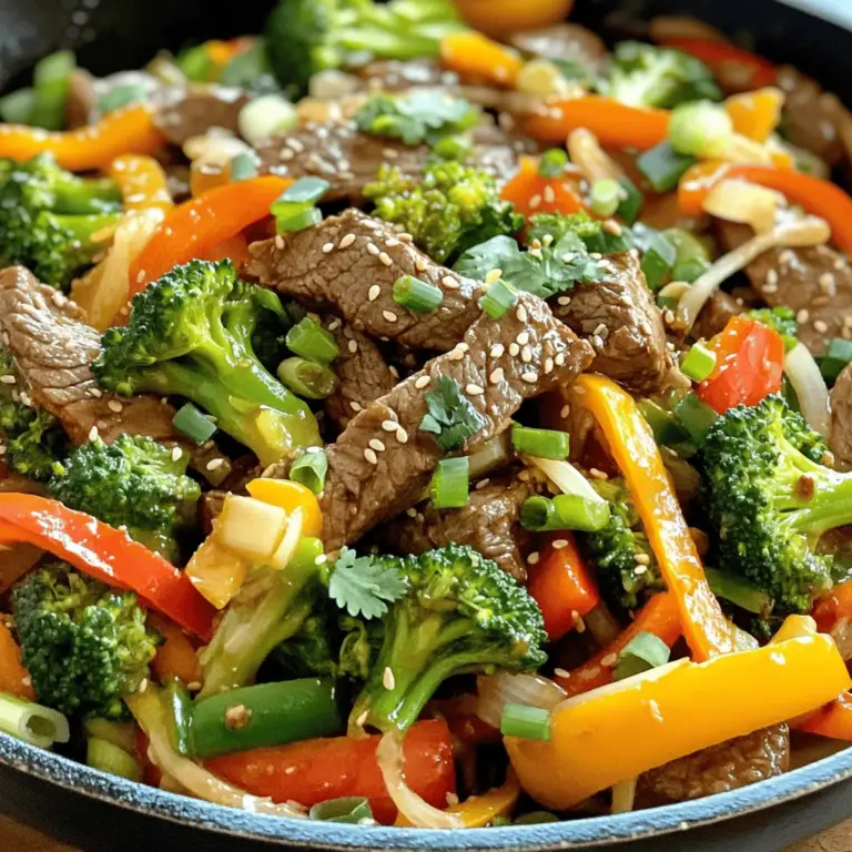 Für ein schmackhaftes Sizzling Beef Stir-Fry brauchst du folgende Hauptzutaten: - 450 g Rinderfilet, dünn geschnitten - 2 Esslöffel Sojasauce - 1 Esslöffel Austernsauce - 1 Esslöffel Maisstärke - 2 Esslöffel Pflanzenöl Diese Zutaten bieten eine solide Basis für dein Gericht. Das Rinderfilet macht das Gericht zart und saftig. Die Sojasauce und Austernsauce verleihen dem Fleisch einen herzhaften Geschmack. Die Maisstärke sorgt dafür, dass das Fleisch schön brät. Die Marinade ist der Schlüssel zu einem großartigen Geschmack. Hier sind die Gewürze, die du benötigst: - 3 Knoblauchzehen, gehackt - 2,5 cm frischer Ingwer, gerieben Die Kombination von Knoblauch und Ingwer bringt ein tolles Aroma. Lass das Rindfleisch mindestens 15 Minuten in der Marinade ziehen. So können sich die Aromen gut entfalten. Diese einfache Marinade macht das Fleisch besonders schmackhaft. Gemüse bringt Farbe und Nährstoffe in dein Gericht. Du kannst folgende Gemüse verwenden: - 1 Paprika, in Streifen geschnitten (Farbe nach Wahl) - 1 Tasse Brokkoliröschen - 1 Karotte, in feine Streifen (Julienne) geschnitten - 2 Frühlingszwiebeln, in Ringe geschnitten Paprika sorgt für Süße und knusprige Textur. Brokkoli bietet viele Vitamine und ist sehr gesund. Karotten fügen eine süße Note hinzu. Frühlingszwiebeln bringen Frische und einen milden Geschmack. Diese Kombination macht dein Sizzling Beef Stir-Fry bunt und nahrhaft. Für das vollständige Rezept, sieh dir die [Full Recipe] an. Zuerst musst du das Rindfleisch vorbereiten. Nimm 450 g Rinderfilet und schneide es dünn. Mische in einer Schüssel das Fleisch mit 2 Esslöffeln Sojasauce, 1 Esslöffel Austernsauce und 1 Esslöffel Maisstärke. Lass das Fleisch mindestens 15 Minuten marinieren. Diese Zeit hilft, die Aromen zu intensivieren und das Fleisch zart zu machen. Erhitze 1 Esslöffel Pflanzenöl in einer großen Pfanne oder einem Wok bei hoher Hitze. Gib das marinierte Rindfleisch in die Pfanne. Brate es für 2-3 Minuten an, bis es goldbraun ist. Rühre gelegentlich um, damit das Fleisch gleichmäßig gart. Nach dem Garen nimm das Fleisch aus der Pfanne und lege es beiseite. In derselben Pfanne füge den restlichen Esslöffel Öl hinzu. Gib 3 gehackte Knoblauchzehen und 2,5 cm geriebenen Ingwer hinein. Brate diese 30 Sekunden an, bis sie duften. Jetzt ist es Zeit für das Gemüse. Füge die geschnittene Paprika, 1 Tasse Brokkoliröschen und 1 Karotte, die in feine Streifen geschnitten ist, hinzu. Brate das Gemüse 3-4 Minuten lang, bis es lebhaft und zart ist. Gib das Rindfleisch zurück in die Pfanne und vermische alles gut. Brate noch 2 Minuten, bis alles gut durchgewärmt ist. Für mehr Details und die vollständige Zubereitung schau dir das [Full Recipe] an! Die Marinade macht dein Rindfleisch zart und voller Geschmack. Mische Sojasauce, Austernsauce und Maisstärke in einer Schüssel. Diese Mischung hilft, die Säfte im Fleisch einzuschließen. Lass das Fleisch mindestens 15 Minuten marinieren. Wenn du mehr Zeit hast, marinier es auch länger. Dadurch kann das Fleisch die Aromen besser aufnehmen. Die Pfanne muss sehr heiß sein. Hohe Hitze sorgt dafür, dass das Fleisch schnell bräunt. Wenn die Pfanne zu kalt ist, wird das Fleisch zäh. Erhitze das Pflanzenöl, bis es leicht raucht. Gib dann das marinierte Rindfleisch schnell hinein. So bleibt das Fleisch saftig und bekommt eine schöne Kruste. Die Präsentation ist wichtig. Serviere dein Sizzling Beef Stir-Fry in einer tiefen Schüssel oder auf einem großen Teller. Das Auge isst mit! Garniere das Gericht mit Frühlingszwiebeln, Sesamsamen und frischem Koriander. Ein Spritzer Limettensaft gibt einen frischen Kick. Du kannst auch etwas Chili hinzufügen, um es schärfer zu machen. Für das komplette Rezept, schau dir die [Full Recipe] an. {{image_4}} Du kannst die Sizzling Beef Stir-Fry einfach in eine vegetarische Option verwandeln. Statt Rindfleisch kannst du Tofu verwenden. Tofu nimmt die Aromen gut auf und hat eine tolle Textur. Schneide ihn in Würfel und mariniere ihn mit Sojasauce und etwas Ingwer. Brate ihn dann genauso an wie das Rindfleisch. Wenn du kein Rindfleisch magst, probiere Hähnchen oder Garnelen. Hähnchenbrust ist mager und zart. Du kannst sie in dünne Streifen schneiden und nach dem gleichen Rezept zubereiten. Garnelen kochen in wenigen Minuten. Füge sie erst hinzu, wenn das Gemüse fast fertig ist. So bleiben sie saftig und lecker. Das Gemüse ist der Schlüssel zu einem tollen Stir-Fry. Du kannst verschiedene Sorten nutzen. Brokkoli, Paprika und Karotten sind klassisch, aber auch Zucchini, Pilze oder grüne Bohnen passen gut. Lass deiner Kreativität freien Lauf und mische dein Lieblingsgemüse. Probiere auch verschiedene Farben, um das Gericht bunter zu machen. Für das vollständige Rezept, schau dir die Full Recipe an. Um übrig gebliebenes Sizzling Beef Stir-Fry zu lagern, lassen Sie es zuerst abkühlen. Danach geben Sie es in einen luftdichten Behälter. Stellen Sie sicher, dass der Behälter gut verschlossen ist. So bleibt das Gericht frisch und lecker. Lagern Sie es im Kühlschrank oder Gefrierschrank. Um das Sizzling Beef Stir-Fry wieder zu erwärmen, nutzen Sie eine Pfanne. Erhitzen Sie etwas Öl bei mittlerer Hitze. Geben Sie das Rindfleisch und das Gemüse in die Pfanne. Rühren Sie alles gut um und erwärmen Sie es für etwa 5 bis 7 Minuten. Achten Sie darauf, dass das Gericht nicht anbrennt. So bleibt es saftig und schmackhaft. Im Kühlschrank bleibt das Sizzling Beef Stir-Fry etwa 3 bis 4 Tage frisch. Wenn Sie es länger aufbewahren möchten, frieren Sie es ein. Im Gefrierschrank hält es sich bis zu 3 Monate. Achten Sie darauf, das Gericht gut zu verpacken. So verhindern Sie Gefrierbrand. Wenn Sie bereit sind, es zu essen, lassen Sie es im Kühlschrank auftauen. Danach können Sie es wie gewohnt wieder erwärmen. Die Zubereitung von Sizzling Beef Stir-Fry dauert etwa 30 Minuten. Davon sind 15 Minuten für die Marinade und 15 Minuten für das Kochen. Wenn du alles bereit hast, geht es schnell. Du wirst in kürzester Zeit ein köstliches Gericht auf dem Tisch haben. Ja, frisches Gemüse ist perfekt für dieses Gericht. Du kannst Paprika, Brokkoli und Karotten verwenden. Diese Gemüsesorten verleihen dem Gericht Farbe und Geschmack. Du kannst auch anderes Gemüse wie Zucchini oder grüne Bohnen hinzufügen. Frisches Gemüse ist gesund und macht das Gericht noch besser. Es gibt viele Beilagen, die gut zu Sizzling Beef Stir-Fry passen. Reis ist eine beliebte Wahl. Du kannst auch Nudeln oder Quinoa servieren. Ein einfacher Salat ergänzt das Gericht gut. Probiere auch gedämpftes Gemüse oder Frühlingsrollen aus. All diese Beilagen machen das Essen noch leckerer. Um ein köstliches Sizzling Beef Stir-Fry zu machen, braucht man gute Zutaten und eine klare Anleitung. Wir haben die Hauptzutaten, Gewürze und Gemüseoptionen behandelt. Außerdem gibt es Tipps zur Zubereitung und zum richtigen Anrichten. Variationen, wie eine vegetarische Option und alternative Proteine, bieten neue Geschmäcker. Zum Schluss habe ich dir gezeigt, wie du übrig gebliebenes Essen richtig lagerst. Nutze diese Schritte, um ein leckeres Gericht zu kreieren und zu genießen. Kochen macht Spaß, und mit diesen einfachen Tipps gelingt es dir!