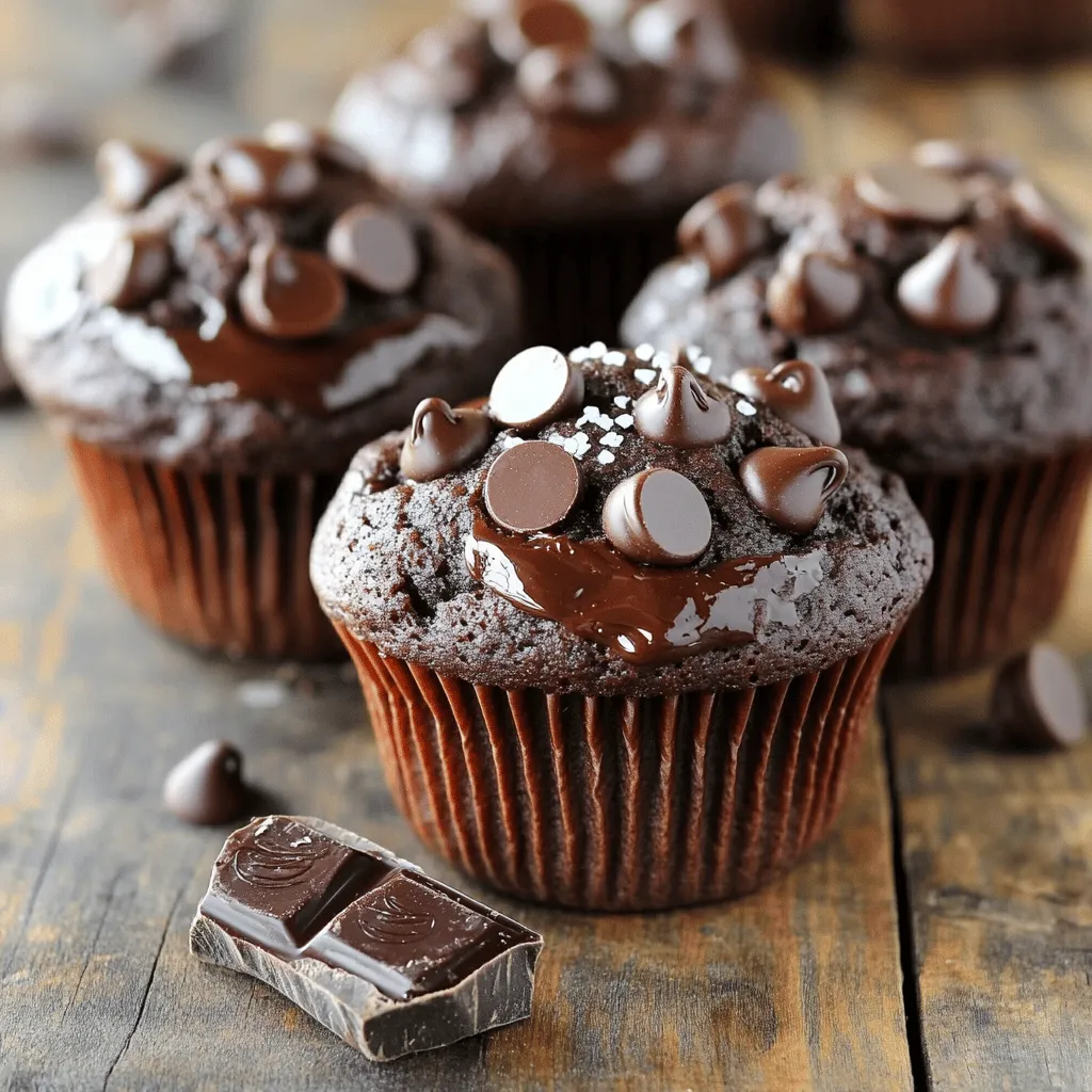 Diese Muffins sind einfach und lecker. Hier sind die Zutaten, die du benötigst: - 1 Tasse Weizenmehl - 1/2 Tasse ungesüßtes Kakaopulver - 1 Tasse Zucker - 1 Teelöffel Backpulver - 1/2 Teelöffel Natron - 1/4 Teelöffel Salz - 1/2 Tasse ungesalzene Butter, geschmolzen - 2 große Eier - 1 Teelöffel Vanilleextrakt - 1/2 Tasse Milch - 1 Tasse halbsüße Schokoladenstückchen - Optional: eine Prise Meersalz zum Bestreuen Die Schokoladenstückchen sind wichtig. Sie geben den Muffins die doppelte Schokoladenfreude. Wähle halbsüße Stückchen für den besten Geschmack. Du kannst auch Zartbitter oder Vollmilch verwenden. Achte darauf, dass die Butter ungesalzen ist. So kannst du den Salzgeschmack besser steuern. Wenn du Allergien hast, gibt es Alternativen. Ersetze Weizenmehl durch Mandelmehl oder eine glutenfreie Mischung. Nutze pflanzliche Butter für eine vegane Option. Statt Eier kannst du Apfelmus oder Leinsamen verwenden. Diese Optionen machen die Muffins für alle zugänglich. Wenn du keine Milch hast, nimm einfach Pflanzenmilch. So bleibt der Geschmack trotzdem ganz toll. Für die vollständige Anleitung, schau dir das Full Recipe an! Heize deinen Ofen auf 180°C vor. Das sorgt dafür, dass die Muffins gleichmäßig backen. Nimm ein Muffinblech und lege es mit Papierförmchen aus. Alternativ kannst du es mit Kochspray einfetten. So lösen sich die Muffins leichter nach dem Backen. Nimm eine große Schüssel. Mische dort 1 Tasse Weizenmehl, 1/2 Tasse ungesüßtes Kakaopulver, 1 Tasse Zucker, 1 Teelöffel Backpulver, 1/2 Teelöffel Natron und 1/4 Teelöffel Salz. Rühre gut um, bis alles gleichmäßig verteilt ist. Achte darauf, dass keine Klumpen übrig bleiben. So erhalten die Muffins eine tolle Textur. In einer separaten Schüssel vermische 1/2 Tasse geschmolzene Butter, 2 große Eier, 1 Teelöffel Vanilleextrakt und 1/2 Tasse Milch. Rühre alles gut zusammen, bis die Mischung glatt ist. Diese feuchten Zutaten bringen den Muffins ihren reichen Geschmack. Gieße die feuchten Zutaten in die Schüssel mit den trockenen Zutaten. Rühre vorsichtig um, bis alles gerade vermischt ist. Ein paar Klümpchen sind okay. Füge nun 1 Tasse halbsüße Schokoladenstückchen hinzu. Hebe sie sanft unter den Teig. Dann verteile den Teig gleichmäßig in die Muffinmulden, fülle jede etwa 3/4 voll. Optional kannst du eine Prise Meersalz auf die Muffins streuen. Backe die Muffins 18-20 Minuten lang im vorgeheizten Ofen. Um sicherzustellen, dass sie durchgebacken sind, stecke einen Zahnstocher in die Mitte eines Muffins. Wenn er sauber herauskommt, sind die Muffins fertig. Lass sie etwa 5 Minuten im Blech abkühlen, bevor du sie auf ein Kuchengitter legst. Und so hast du leckere, doppelte Schokoladen Muffins! Für die vollständige Anleitung, schau dir das Rezept an: [Full Recipe]. Um die Muffins leicht und fluffig zu machen, ist es wichtig, den Teig nicht zu übermischen. Wenn du die trockenen und feuchten Zutaten vermischst, rühre nur so lange, bis alles gerade so kombiniert ist. Klumpen sind in Ordnung. Du kannst auch Joghurt anstelle von etwas Milch verwenden. Das macht die Muffins noch saftiger. Um den Schokoladengeschmack zu verstärken, füge einen Esslöffel Espresso-Pulver hinzu. Das klingt komisch, aber es hebt den Schokoladengeschmack hervor. Du kannst auch verschiedene Schokoladensorten mischen. Probiere herbe Schokolade oder weiße Schokolade. Das gibt einen tollen Kontrast. Wenn deine Muffins nicht aufgegangen sind, könnte das an den Zutaten liegen. Stelle sicher, dass dein Backpulver und Natron frisch sind. Wenn der Teig zu dick ist, füge etwas mehr Milch hinzu. Wenn sie zu trocken sind, hast du sie vielleicht zu lange gebacken. Ein Zahnstocher sollte sauber herauskommen, aber nicht zu lange drin bleiben. Für das vollständige Rezept schau dir die Anleitung in der Rubrik "Full Recipe" an. {{image_4}} Wenn du eine vegane Version machen möchtest, gibt es viele einfache Alternativen. Du kannst die Eier durch Apfelmus oder Bananenpüree ersetzen. Nutze 1/4 Tasse Apfelmus oder 1/2 zerdrückte Banane pro Ei. Für die Butter kannst du pflanzliche Margarine oder Kokosöl verwenden. Wähle eine pflanzliche Milch, wie Mandel- oder Hafermilch, statt Kuhmilch. Diese kleinen Anpassungen machen deine Muffins genauso lecker. Um deinen Muffins mehr Textur zu geben, füge Nüsse oder Trockenfrüchte hinzu. Walnüsse oder Mandeln passen gut zu Schokolade. Du kannst etwa 1/2 Tasse grob gehackte Nüsse in den Teig mischen. Trockenfrüchte wie Cranberries oder Rosinen bringen eine süße Note. Auch hier reichen 1/2 Tasse der Früchte. Experimentiere mit deinen Lieblingszutaten, um den Geschmack zu ändern. Für besondere Anlässe kannst du die Muffins kreativ gestalten. Für ein Kaffeekränzchen füge etwas Zimt hinzu. Dies bringt eine warme Note und passt perfekt zu Kaffee. Für Kindergeburtstage kannst du die Muffins mit bunten Streuseln dekorieren. Das macht sie fröhlicher und einladender. Du kannst auch kleine Schokoladenstückchen oben drauf legen, um sie noch schokoladiger zu machen. Mit diesen Ideen machst du jeden Anlass zu etwas Besonderem. Um die Frische Ihrer Muffins zu bewahren, lagern Sie sie in einem luftdichten Behälter. Das schützt vor Feuchtigkeit und hält sie weich. Stellen Sie den Behälter an einen kühlen, trockenen Ort. Direkte Sonneneinstrahlung kann die Muffins austrocknen. So bleiben die Muffins für bis zu drei Tage genießbar. Wenn Sie die Muffins wieder aufwärmen, nutzen Sie die Mikrowelle oder den Ofen. In der Mikrowelle benötigt jeder Muffin nur etwa 10–15 Sekunden bei mittlerer Hitze. Im Ofen heizen Sie ihn für 5–7 Minuten bei 180°C. So genießen Sie die schmelzende Schokolade wieder frisch. Um die Muffins länger haltbar zu machen, frieren Sie sie ein. Wickeln Sie jeden Muffin in Frischhaltefolie und legen Sie sie in einen gefrierfesten Beutel. So bleiben sie bis zu drei Monate frisch. Zum Auftauen legen Sie die Muffins einfach für einige Stunden bei Raumtemperatur oder über Nacht in den Kühlschrank. Mit diesen Tipps bleibt die doppelte Schokoladenfreude immer lecker und bereit zum Genießen. Doppelte Schokoladen Muffins bleiben frisch für etwa 3 bis 5 Tage. Lagern Sie sie in einem luftdichten Behälter. So bleibt die Feuchtigkeit erhalten. Alternativ können Sie die Muffins im Kühlschrank aufbewahren. Dies verlängert die Haltbarkeit auf bis zu 7 Tage. Achten Sie darauf, dass sie gut verpackt sind, um Gerüche zu vermeiden. Ja, Sie können die Muffins glutenfrei herstellen. Nutzen Sie glutenfreies Mehl anstelle von Weizenmehl. Es gibt viele gute Mischungen auf dem Markt. Achten Sie darauf, dass alle anderen Zutaten ebenfalls glutenfrei sind. Manchmal kann es nötig sein, das Backpulver zu überprüfen. So stellen Sie sicher, dass es keine glutenhaltigen Zusatzstoffe enthält. Sie können den Teig bis zu 2 Stunden im Voraus zubereiten. Mischen Sie die trockenen und feuchten Zutaten wie gewohnt. Lagern Sie den Teig in einem luftdichten Behälter im Kühlschrank. Vor dem Backen sollten Sie den Teig auf Raumtemperatur bringen. Rühren Sie dann sanft um, bevor Sie ihn in die Muffinform füllen. So hat der Teig die beste Konsistenz. Doppelte Schokoladen Muffins sind ein Genuss für jeden Anlass. Wir haben die besten Zutaten, eine klare Anleitung und nützliche Tipps geteilt. Mit einfachen Tricks holst du das Beste aus deinem Rezept heraus. Es gibt viele Varianten, die du ausprobieren kannst, auch für spezielle Diäten. Bei der Lagerung bleiben die Muffins frisch und lecker. Bleib kreativ und experimentiere mit neuen Geschmäckern und Zutaten. So machst du deine Muffins noch besonderer. Viel Spaß beim Backen!