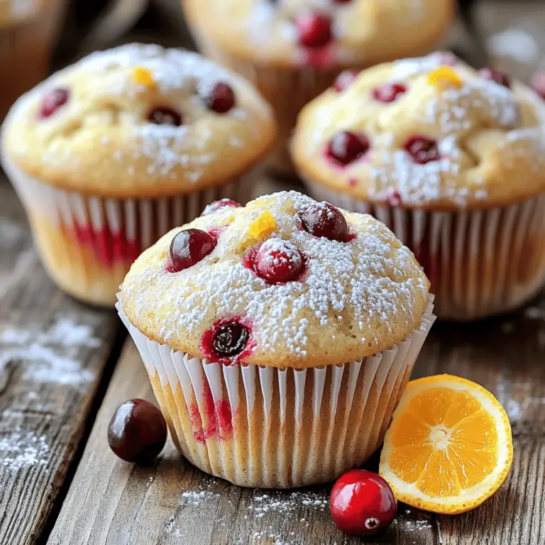 - 2 Tassen Weizenmehl - 1 Tasse frische Cranberries (oder aufgetaute gefrorene Cranberries) - 1 Tasse Zucker Die Hauptzutaten sind die Basis für deine Cranberry Orange Muffins. Das Weizenmehl gibt den Muffins Struktur. Die Cranberries bringen Frische und eine leicht säuerliche Note. Zucker sorgt für die richtige Süße. - 1 Esslöffel Backpulver - 1/2 Teelöffel Natron - 1/2 Teelöffel Salz Die trockenen Zutaten helfen beim Aufgehen der Muffins. Backpulver und Natron sind wichtig für die Lockerheit. Das Salz hebt die Aromen hervor und balanciert die Süße aus. - 1/2 Tasse ungesalzene Butter, geschmolzen - 2 große Eier - 1 Teelöffel Vanilleextrakt Die feuchten Zutaten sorgen für den saftigen Biss. Geschmolzene Butter gibt Geschmack und Feuchtigkeit. Eier helfen, die Zutaten zu binden, und Vanille sorgt für ein wunderbares Aroma. - 1 Tasse frisch gepresster Orangensaft - Abgeriebene Schale von 1 großen Orange - Optional: 1/2 Tasse gehackte Walnüsse oder Pekannüsse Der frisch gepresste Orangensaft bringt Zitrusfrische. Die abgeriebene Schale intensiviert den Geschmack. Nüsse sind optional, aber sie fügen einen schönen Crunch hinzu. Für das komplette Rezept besuche die Sektion [Full Recipe]. Heizen Sie Ihren Ofen auf 190 °C (375 °F) vor. Während der Ofen sich aufheizt, bereiten Sie Ihr Muffinblech vor. Sie können entweder Papierförmchen einsetzen oder die Vertiefungen leicht mit Kochspray einfetten. So verhindern Sie, dass die Muffins kleben bleiben. In einer großen Schüssel vermischen Sie die trockenen Zutaten. Geben Sie dazu 2 Tassen Weizenmehl, 1 Tasse Zucker, 1 Esslöffel Backpulver, 1/2 Teelöffel Natron und 1/2 Teelöffel Salz hinein. Rühren Sie gut mit einem Schneebesen, bis alles gleichmäßig verteilt ist. Dies stellt sicher, dass die Muffins gleichmäßig aufgehen. In einer anderen Schüssel kombinieren Sie die feuchten Zutaten. Geben Sie 1/2 Tasse geschmolzene Butter, 2 große Eier, 1 Teelöffel Vanilleextrakt, 1 Tasse frisch gepressten Orangensaft und die abgeriebene Schale von 1 großen Orange hinzu. Rühren Sie alles gut um, bis die Mischung gleichmäßig ist. Diese Zutaten sorgen für Geschmack und Feuchtigkeit in den Muffins. Gießen Sie die feuchten Zutaten in die Schüssel mit den trockenen Zutaten. Rühren Sie vorsichtig, bis alles gerade so vermischt ist. Es ist wichtig, nicht zu lange zu rühren. Ein paar kleine Klumpen sind in Ordnung! Fügen Sie dann 1 Tasse frische Cranberries und optional 1/2 Tasse gehackte Nüsse hinzu. Heben Sie alles vorsichtig unter, bis die Früchte gleichmäßig im Teig verteilt sind. Teilen Sie den Teig gleichmäßig auf die vorbereiteten Muffinförmchen auf, sodass jedes Förmchen etwa zu 3/4 gefüllt ist. Backen Sie die Muffins für 18-20 Minuten. Sie sind fertig, wenn ein Zahnstocher, der in die Mitte eines Muffins gestochen wird, sauber herauskommt. Nach dem Backen lassen Sie die Muffins etwa 5 Minuten in der Form abkühlen. Danach setzen Sie sie auf ein Kuchengitter, um sie vollständig abkühlen zu lassen. Genießen Sie die saftigen Muffins warm oder bei Zimmertemperatur! Um die beste Konsistenz für Ihre Muffins zu bekommen, rühren Sie den Teig nicht zu lange. Ein paar kleine Klumpen sind völlig in Ordnung. Wenn Sie zu lange rühren, werden die Muffins fest und trocken. Mischen Sie die Zutaten gerade so, bis sie verbunden sind. So bleiben die Muffins schön saftig. Jeder hat einen anderen Geschmack. Wenn Sie die Muffins süßer oder weniger süß mögen, passen Sie den Zucker an. Fügen Sie mehr Zucker hinzu, wenn Sie einen süßen Snack wollen. Reduzieren Sie ihn, wenn Sie es weniger süß mögen. Experimentieren Sie mit verschiedenen Zuckersorten, wie braunem Zucker oder Honig, um neue Geschmäcker zu entdecken! Um den Geschmack zu verbessern, probieren Sie, Zimt oder Muskatnuss hinzuzufügen. Diese Gewürze ergänzen die Cranberries und den Orangengeschmack. Ein Teelöffel Zimt kann einen warmen, heimeligen Geschmack verleihen. Muskatnuss bringt eine feine, nussige Note ins Spiel. Seien Sie kreativ und finden Sie Ihre Lieblingskombinationen! {{image_4}} Eine tolle Möglichkeit, diese Muffins zu verändern, ist die Verwendung von gefrorenen Cranberries. Sie sind oft günstiger und haben einen ähnlichen Geschmack. Einfach die gefrorenen Cranberries direkt in den Teig geben. So sparst du Zeit, und die Muffins bleiben saftig. Eine weitere einfache Anpassung ist der Austausch von Weizenmehl durch Vollkornmehl. Vollkornmehl gibt den Muffins mehr Ballaststoffe und einen nussigen Geschmack. Du kannst die gleiche Menge verwenden. Achte darauf, die Muffins etwas länger zu backen. Um den Geschmack zu variieren, füge Schokoladenstückchen hinzu. Die Kombination von Schokolade und Cranberries ist einfach köstlich. Du kannst auch etwas Zitronenschale hinzufügen, um eine frische Note zu erhalten. Diese kleinen Anpassungen machen die Muffins spannend und einzigartig. Eine weitere Möglichkeit ist, verschiedene Nüsse wie Mandeln zu verwenden. Sie geben den Muffins eine schöne Textur und einen zusätzlichen Crunch. Du kannst sie ganz lassen oder grob hacken. Wenn du glutenfrei backen möchtest, gibt es viele glutenfreie Mehlmischungen. Achte darauf, eine Mischung zu wählen, die gut für Muffins geeignet ist. So kannst du die gleichen tollen Muffins genießen, ohne Gluten zu verwenden. Für eine vegane Variante, ersetze die Eier durch pflanzliche Alternativen. Apfelmus oder Chiasamen funktionieren gut. Diese Optionen halten die Muffins feucht und lecker. Für das vollständige Rezept, schau dir den [Full Recipe] an und entdecke die Vielfalt dieser leckeren Muffins. Bewahren Sie die Muffins in einem luftdichten Behälter auf. So bleiben sie frisch und saftig. Ein einfacher Behälter schützt die Muffins vor Luft und Feuchtigkeit. Lagern Sie sie im Kühlschrank, wenn Sie sie länger aufbewahren möchten. Im Kühlschrank halten die Muffins etwa eine Woche. Sie bleiben frisch und lecker, wenn sie richtig gelagert werden. Im Gefrierschrank können sie bis zu drei Monate halten. Verpacken Sie die Muffins gut in Frischhaltefolie oder einem gefrierfesten Behälter. So vermeiden Sie Gefrierbrand und Geschmacksverlust. Um die Muffins wieder aufzuwärmen, nutzen Sie den Ofen oder die Mikrowelle. Im Ofen bei 180 °C für etwa 5-10 Minuten aufwärmen. Das macht die Muffins knusprig und warm. In der Mikrowelle reichen 15-20 Sekunden für einen warmen Snack. Genießen Sie sie am besten frisch aufgewärmt für den besten Geschmack. Cranberry Orange Muffins halten sich gut. Bei Raumtemperatur sind sie etwa 2 bis 3 Tage frisch. Lagern Sie sie in einem luftdichten Behälter. So bleibt die Feuchtigkeit drin. Im Kühlschrank können sie bis zu einer Woche halten. Wenn Sie sie länger aufbewahren möchten, frieren Sie sie ein. Im Gefrierfach bleiben sie bis zu 3 Monate genießbar. Zum Aufwärmen lassen Sie sie einfach bei Raumtemperatur auftauen. Sie können sie auch kurz in die Mikrowelle geben. Ja, Sie können die Muffins ohne Zucker machen. Es gibt viele Alternativen. Honig oder Ahornsirup sind gute Optionen. Diese bringen eine natürliche Süße und Feuchtigkeit. Stevia oder Erythrit bieten kalorienfreie Optionen. Achten Sie darauf, die Menge anzupassen. Oft ist weniger nötig als bei Zucker. Experimentieren Sie, um den besten Geschmack zu finden! Zerfallene Muffins sind frustrierend. Ein häufiger Grund ist Übermischung. Wenn Sie den Teig zu lange rühren, wird er zäh. Halten Sie das Rühren kurz, bis alles gerade vermischt ist. Auch zu viel Flüssigkeit kann das Problem verursachen. Messen Sie die Zutaten genau. Achten Sie darauf, dass die Backzeit passt. Wenn die Muffins zu weich sind, backen Sie sie länger. Ja, das ist eine tolle Idee! Backen Sie die Muffins ganz normal. Lassen Sie sie dann abkühlen. Wickeln Sie sie einzeln in Frischhaltefolie. Legen Sie sie in einen Gefrierbeutel. So bleiben sie frisch. Zum Aufwärmen nehmen Sie die Muffins aus dem Gefrierfach. Lassen Sie sie bei Raumtemperatur auftauen. Alternativ können Sie sie kurz in die Mikrowelle geben. Genießen Sie die Muffins warm! Cranberry-Orange-Muffins sind einfach zuzubereiten und voller Geschmack. Wir haben alle Schritte durchgegangen: von den Zutaten bis zu den Tipps für optimale Ergebnisse. Variationen und Aufbewahrungshinweise helfen dir, diese Muffins perfekt anzupassen. Denke daran, dass kleine Anpassungen große Unterschiede machen können. Ob für eine Feier oder den Alltag, diese Muffins werden immer gut ankommen. Probiere sie aus und entdecke, wie lecker gesunde Backwaren sein können!