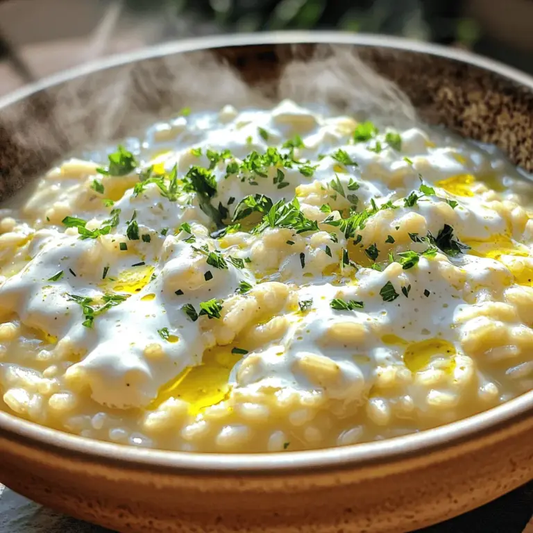 - 1 Tasse Arborio-Reis - 4 Tassen Gemüsebrühe - 1 kleine Zwiebel, fein gehackt - 3 Knoblauchzehen, gehackt Der Arborio-Reis ist der Star des Gerichts. Er hat einen hohen Stärkegehalt, was das Risotto schön cremig macht. Gemüsebrühe bringt Geschmack in jeden Bissen. Die Zwiebel sorgt für Tiefe, während der Knoblauch für ein tolles Aroma sorgt. Diese Zutaten sind die Grundlage für ein perfektes Risotto. - 2 Esslöffel Olivenöl - 1 Esslöffel ungesalzene Butter - 1/2 Tasse frisch geriebener Parmesan - 1/2 Tasse Schlagsahne - Salz und Pfeffer nach Geschmack - Frische Petersilie, gehackt (zum Garnieren) Olivenöl und Butter geben dem Risotto einen reichen Geschmack. Parmesan ist der Käse, der das Gericht vollendet. Schlagsahne macht das Risotto extra cremig. Salz und Pfeffer sind wichtig, um die Aromen zu heben. Frische Petersilie bringt Farbe und Frische auf den Teller. Wenn du die Zutaten so kombinierst, wird dein Risotto zu einem echten Genuss. Für die vollständige Anleitung kannst du das [Full Recipe] ansehen. Zuerst musst du die Gemüsebrühe erhitzen. Nimm einen mittelgroßen Topf und bringe die Brühe zum Simmern. Halte sie bei niedriger Hitze warm. So ist die Brühe bereit, wenn du sie benötigst. Als Nächstes bereitest du die Zwiebel und den Knoblauch vor. Hacke die Zwiebel fein und schneide den Knoblauch in kleine Stücke. Das sorgt für einen intensiven Geschmack im Risotto. Jetzt geht es ans Kochen. Erhitze das Olivenöl in einer großen Pfanne bei mittlerer Hitze. Gib die gehackte Zwiebel hinzu und brate sie für etwa drei bis vier Minuten. Die Zwiebel sollte weich und durchsichtig sein. Füge den gehackten Knoblauch hinzu und koche ihn für eine Minute. Der Duft sollte jetzt köstlich sein. Jetzt kommt der Arborio-Reis in die Pfanne. Rühre gut um, damit der Reis mit dem Öl überzogen wird. Röste den Reis für etwa zwei Minuten und rühre dabei häufig um. Beginne nun, die warme Gemüsebrühe schaumkellenweise hinzuzufügen. Lass den Reis die Brühe aufnehmen, bevor du mehr hinzufügst. Ständiges Rühren ist hier sehr wichtig. Dieser Prozess dauert etwa 18 bis 20 Minuten. Wenn der Reis cremig ist und einen leichten Biss hat, reduziere die Hitze. Jetzt rührst du die Schlagsahne, den Parmesan und die Butter unter. Mische alles gut, bis das Risotto schön cremig wird. Schmecke das Risotto mit Salz und Pfeffer ab. Falls du eine noch cremigere Konsistenz möchtest, kannst du mehr Brühe hinzufügen. Lass das Risotto vor dem Servieren einige Minuten ruhen. Für das volle Rezept besuche den Abschnitt "Full Recipe". Um die perfekte Cremigkeit zu erreichen, rühre den Risotto oft. Das Rühren hilft, die Stärke aus dem Reis freizusetzen. Du solltest die Brühe nach und nach hinzufügen. Beginne mit einer Kelle und warte, bis der Reis die Flüssigkeit aufnimmt. Dies gibt dir eine tolle Textur. Achte auf die Hitze. Eine mittlere Hitze sorgt dafür, dass der Risotto nicht anbrennt. Du willst, dass er sanft köchelt. Wenn die Hitze zu hoch ist, wird das Risotto nicht cremig. Um die Aromen zu intensivieren, füge Gewürze und frische Kräuter hinzu. Basilikum oder Thymian passen gut. Du kannst auch etwas Zitronenschale für Frische verwenden. Probiere verschiedene Käsesorten aus. Parmesan ist klassisch, aber Gouda oder Pecorino können auch gut schmecken. Diese Variationen bringen neue Geschmäcker in dein Risotto. Für das vollständige Rezept, schau dir die [Full Recipe] an. {{image_4}} Um dein Risotto noch bunter und gesünder zu gestalten, kannst du saisonales Gemüse hinzufügen. Zum Beispiel eignen sich Zucchini, Erbsen oder Spargel sehr gut. Diese Zutaten bringen nicht nur Farbe, sondern auch frische Aromen in dein Gericht. Du kannst das Gemüse einfach in kleine Stücke schneiden und es mit der Zwiebel und dem Knoblauch anbraten. Alternativ kannst du auch andere Brühen verwenden, um den Geschmack zu variieren. Gemüsebrühe ist eine klassische Wahl, aber Hühner- oder Pilzbrühe geben einen anderen, reichen Geschmack. So kannst du dein Risotto auf verschiedene Arten anpassen und jedem Mal neu gestalten. Wenn du Fleischliebhaber bist, gibt es viele Möglichkeiten, deinem Risotto eine proteinreiche Note zu geben. Du kannst zum Beispiel Hühnchen oder Garnelen integrieren. Diese Zutaten fügen nicht nur Geschmack hinzu, sondern machen das Gericht auch sättigender. Wenn du Hühnchen verwenden möchtest, brate es einfach in der Pfanne an, bevor du die Zwiebeln hinzufügst. Bei Garnelen kannst du sie direkt am Ende der Kochzeit hinzufügen, sodass sie zart und saftig bleiben. Du kannst die Menge des Reises anpassen, um genug Platz für das Fleisch zu schaffen. Für eine besondere Note kannst du auch Speck oder Schinken hinzufügen. Diese Zutaten geben dem Risotto einen herzhaften Geschmack. Mit diesen Anpassungen wird dein cremiger Knoblauch-Parmesan-Risotto zum Hit bei jedem Abendessen. Schau dir die [Full Recipe] an, um die genauen Schritte zu sehen! Wenn du Reste von deinem cremigen Knoblauch-Parmesan-Risotto hast, bewahre sie im Kühlschrank auf. Fülle das Risotto in einen luftdichten Behälter. So bleibt es frisch. Du kannst das Risotto bis zu drei Tage lang im Kühlschrank halten. Für längere Lagerung kannst du das Risotto auch einfrieren. Teile das Risotto in Portionen auf und lege sie in Gefrierbeutel. Achte darauf, die Luft herauszudrücken, bevor du sie verschließt. So bleibt es bis zu drei Monate haltbar. Um den perfekten Geschmack zurückzubringen, erwärme das Risotto langsam. Gib das Risotto in einen Topf und füge einen Schuss Brühe oder Wasser hinzu. Erhitze es bei niedriger Hitze. Rühre oft um, damit es gleichmäßig warm wird. Um Austrocknung zu vermeiden, achte darauf, genug Flüssigkeit hinzuzufügen. Wenn es zu dick wird, kannst du mehr Brühe oder Wasser hinzufügen. So bleibt das Risotto cremig und lecker. Die Zubereitung von cremigem Knoblauch-Parmesan-Risotto dauert insgesamt etwa 30 Minuten. Die Vorbereitungszeit beträgt etwa 10 Minuten. In dieser Zeit schneidest du die Zwiebel und den Knoblauch. Danach kochst du das Risotto für etwa 20 Minuten. Während des Kochens rührst du ständig, um den perfekten Geschmack zu erreichen. Ja, du kannst Risotto im Voraus zubereiten. Koche das Risotto wie gewohnt und lasse es dann abkühlen. Fülle es in einen luftdichten Behälter. Du kannst es bis zu drei Tage im Kühlschrank aufbewahren. Wenn du bereit bist zu essen, erwärme das Risotto vorsichtig in einer Pfanne. Füge etwas Brühe hinzu, um die Cremigkeit zu bewahren. Ja, Risotto ist glutenfrei, solange du Arborio-Reis verwendest. Arborio-Reis ist ein Rundkornreis, der viel Stärke enthält. Diese Stärke macht das Risotto schön cremig. Achte darauf, dass auch die Brühe glutenfrei ist. Viele Gemüsebrühen sind es, aber prüfe die Zutatenliste auf Anzeichen von Gluten. So kannst du sicher sein, dass dein Gericht für alle geeignet ist. Cremiger Knoblauch-Parmesan-Risotto ist einfach zuzubereiten. Wir haben die Hauptzutaten sowie die Schritt-für-Schritt-Anleitung besprochen. Zudem gab es Tipps für die perfekte Cremigkeit und Aromenintensivierung. Variationen ermöglichen, das Gericht nach deinem Geschmack anzupassen. Denke daran, Risotto im Kühlschrank oder Gefrierfach gut zu lagern. Mit den richtigen Tipps bleibt dein Risotto frisch und geschmackvoll. Probiere es aus und genieße die Ergebnisse!
