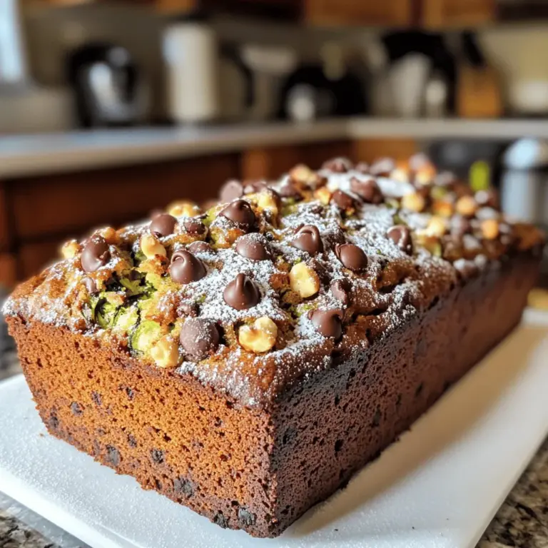 Für das perfekte Schokoladenstückchen-Zucchinibrot brauchen wir einige Hauptzutaten. Diese Zutaten geben dem Brot seinen tollen Geschmack und die feuchte Textur. Hier ist, was du benötigst: - 1 mittelgroße Zucchini, gerieben (ca. 1 Tasse) - 1 Tasse Weizenmehl - 1/2 Tasse Vollkornmehl - 1 Teelöffel Natron - 1/2 Teelöffel Backpulver - 1/2 Teelöffel Salz - 1 Teelöffel Zimt - 1/2 Tasse brauner Zucker, gepackt - 1/4 Tasse Kristallzucker - 1/2 Tasse Pflanzenöl - 2 große Eier - 1 Teelöffel Vanilleextrakt - 1 Tasse Schokoladenstückchen (halb-süß oder dunkel) Die Kombination dieser Zutaten ist wichtig, um den richtigen Teig zu machen. Die Zucchini gibt Feuchtigkeit und die Zuckersorten sorgen für Süße. Natron und Backpulver helfen dem Brot, gut zu steigen. Achte darauf, dass du alles genau abmisst. Du kannst dein Zucchinibrot noch interessanter machen. Hier sind einige optionale Zutaten, die du hinzufügen kannst: - 1/2 Tasse gehackte Walnüsse oder Pekannüsse - Gewürze wie Muskatnuss für zusätzlichen Geschmack - Getrocknete Früchte wie Rosinen oder Cranberries Mit diesen Zutaten kannst du dein Brot anpassen. Fühle dich frei, kreativ zu sein und verschiedene Kombinationen auszuprobieren. Du findest die vollständigen Schritte in der [Full Recipe]. Heize den Ofen auf 175°C vor. Dies ist wichtig, damit das Brot gleichmäßig backt. Nimm eine Kastenform und fette sie gut ein. Du kannst auch Mehl darüberstreuen oder Backpapier verwenden. So bleibt das Brot beim Herausnehmen nicht kleben. Nimm eine mittelgroße Schüssel. Gib das Weizenmehl, das Vollkornmehl, das Natron, das Backpulver, das Salz und den Zimt hinein. Rühre die trockenen Zutaten gut um. So verteilst du die Gewürze gleichmäßig. Stelle die Schüssel dann beiseite. In einer großen Rührschüssel vermischst du den braunen Zucker, den Kristallzucker und das Pflanzenöl. Rühre alles gut zusammen, bis die Mischung glatt ist. Danach füge die Eier und den Vanilleextrakt hinzu. Schlage alles gut durch, bis es eine cremige Textur hat. Jetzt kommt die geriebene Zucchini dazu. Mische sie vorsichtig unter. Gib die trockenen Zutaten nach und nach zu den nassen Zutaten. Rühre vorsichtig, bis alles gerade so vermischt ist. Es ist in Ordnung, wenn noch kleine Klumpen vorhanden sind. Füge die Schokoladenstückchen und die Nüsse hinzu. Mische sie vorsichtig unter. Gieße den Teig in die vorbereitete Form. Glätte die Oberfläche mit einem Spatel. Backe das Brot für 50-60 Minuten. Ein Zahnstocher sollte sauber herauskommen, wenn das Brot fertig ist. Lass das Brot 10 Minuten in der Form abkühlen. Danach lege es auf ein Kuchengitter zum vollständigen Abkühlen. Du kannst das ganze Rezept im [Full Recipe] finden. Um das beste Zucchinibrot zu backen, ist es wichtig, die Zucchini gut vorzubereiten. Reibe die Zucchini und drücke überschüssige Feuchtigkeit aus. So bleibt das Brot nicht zu feucht. Achte darauf, die trockenen Zutaten gut zu vermischen. Dies hilft, Klumpen zu vermeiden. Wenn du die Schokoladenstückchen hinzufügst, schwenke sie in etwas Mehl. So sinken sie nicht auf den Boden des Brotes. Ein häufiger Fehler ist das Übermixen des Teigs. Rühre nur so lange, bis alles vermischt ist. Einige Klumpen sind in Ordnung. Zu langes Rühren macht das Brot dicht und zäh. Eine weitere Falle ist das falsche Backen. Jeder Ofen ist anders. Prüfe das Brot ein paar Minuten vor der angegebenen Zeit. Ein Zahnstocher sollte sauber herauskommen. Wenn er noch nass ist, backe es länger. Frische Zutaten machen den großen Unterschied. Verwende frische Zucchini, die fest und glänzend sind. Achte auf frische Eier und qualitativ hochwertiges Öl. Brauner Zucker bringt mehr Feuchtigkeit und Geschmack. Die Schokoladenstückchen sollten ebenfalls frisch sein. Sie geben dem Brot die süße Note, die man liebt. Wenn du die besten Zutaten verwendest, schmeckt dein Zucchinibrot einfach besser. Für das volle Rezept, schaue hier: [Full Recipe]. {{image_4}} Nüsse bringen einen tollen Biss in dein Zucchinibrot. Ich mag Walnüsse und Pekannüsse besonders gern. Sie fügen einen nussigen Geschmack hinzu. Zudem sind sie gesund und voller Nährstoffe. Wenn du Nüsse hinzufügst, achte darauf, sie grob zu hacken. So verteilen sie sich gut im Teig. Du kannst bis zu einer halben Tasse Nüsse verwenden. Diese Menge reicht aus, um den Geschmack zu verbessern, ohne das Brot zu überladen. Schokolade macht alles besser! Du kannst verschiedene Schokoladensorten nutzen. Probiere halbsüße, dunkle oder sogar weiße Schokolade. Jede Schokoladensorte hat ihren eigenen Charme. Halbsüße Schokolade ist süß, während dunkle Schokolade intensiver ist. Weiße Schokolade bringt eine cremige Note. Du kannst auch Schokoladenstückchen mischen, um eine interessante Textur zu erhalten. Eine Tasse Schokoladenstückchen passt perfekt in dein Rezept. Gesunde Anpassungen sind einfach zu machen. Du kannst zum Beispiel den Zucker reduzieren. Nutze weniger braunen und Kristallzucker. Stattdessen kannst du auch Honig oder Apfelmus verwenden. Diese Optionen sind süß, aber gesünder. Wenn du eine glutenfreie Variante willst, ersetze das Weizenmehl durch Mandelmehl oder glutenfreies Mehl. Auch das Hinzufügen von Haferflocken kann gut sein. Hafer erhöht den Ballaststoffgehalt und macht das Brot nahrhafter. Probier die verschiedenen Anpassungen aus, um dein perfektes Zucchinibrot zu finden. Du findest das komplette Rezept im Full Recipe. Um dein Schokoladenstückchen-Zucchinibrot frisch zu halten, bewahre es in einem luftdichten Behälter auf. So bleibt das Brot saftig. Du kannst es auch in Frischhaltefolie wickeln, um Feuchtigkeit zu speichern. Stelle das Brot an einem kühlen, trockenen Ort auf. Direktes Sonnenlicht kann das Brot austrocknen. Wenn du dein Zucchinibrot länger aufbewahren möchtest, friere es ein. Teile das Brot in Scheiben, so kannst du nur die Menge auftauen, die du benötigst. Wickele jede Scheibe in Frischhaltefolie und lege sie in einen Gefrierbeutel. Achte darauf, die Luft herauszudrücken. Zum Auftauen, nimm eine Scheibe heraus und lasse sie bei Raumtemperatur stehen. Du kannst sie auch kurz in der Mikrowelle erwärmen. Das Zucchinibrot bleibt bei Raumtemperatur etwa 3 bis 5 Tage frisch. Im Kühlschrank kann es bis zu einer Woche halten. Wenn du es eingefroren hast, genieße es innerhalb von drei Monaten. Achte darauf, das Brot regelmäßig auf Schimmel oder Veränderungen zu überprüfen. So bleibt dein Brot immer lecker und frisch. Das Backen dauert etwa 50 bis 60 Minuten. Die genaue Zeit hängt von deinem Ofen ab. Du kannst die Garzeit mit einem Zahnstocher prüfen. Wenn er sauber herauskommt, ist das Brot fertig. Ich empfehle, nach 50 Minuten zu schauen. So vermeidest du ein Überbacken des Brotes. Ja, du kannst gefrorene Zucchini nutzen. Achte darauf, die Zucchini vorher aufzutauen. Drücke das überschüssige Wasser heraus, bevor du sie im Rezept verwendest. Dadurch bleibt der Teig nicht zu nass. Gefrorene Zucchini sind oft genauso gut wie frische. Auf jeden Fall! Du kannst verschiedene Mehlsorten verwenden. Vollkornmehl gibt einen anderen Geschmack. Auch die Zuckermenge kannst du ändern. Wenn du weniger süß magst, reduziere den Zucker. Diese Anpassungen machen das Rezept flexibler und persönlicher. Frisch gebacken ist Zucchinibrot warm und feucht. Die Schokoladenstückchen schmelzen leicht und geben einen tollen Geschmack. Der Zimt sorgt für eine angenehme Note. Es ist ein Genuss, das Brot warm zu essen. Du wirst den Geschmack lieben! Zucchinibrot mit Schokoladenstückchen ist einfach und lecker. Wir haben wichtige Zutaten und Schritte besprochen. Achten Sie auf frische Produkte für das beste Ergebnis. Variieren Sie das Rezept nach Ihrem Geschmack, zum Beispiel mit Nüssen oder verschiedenen Schokoladen. Richtig aufbewahrt bleibt das Brot lange frisch. Backen Sie mit diesen Tipps und genießen Sie jeden Bissen! Schokoladenstückchen-Zucchinibrot ist ein Genuss, den Sie immer wieder machen wollen.