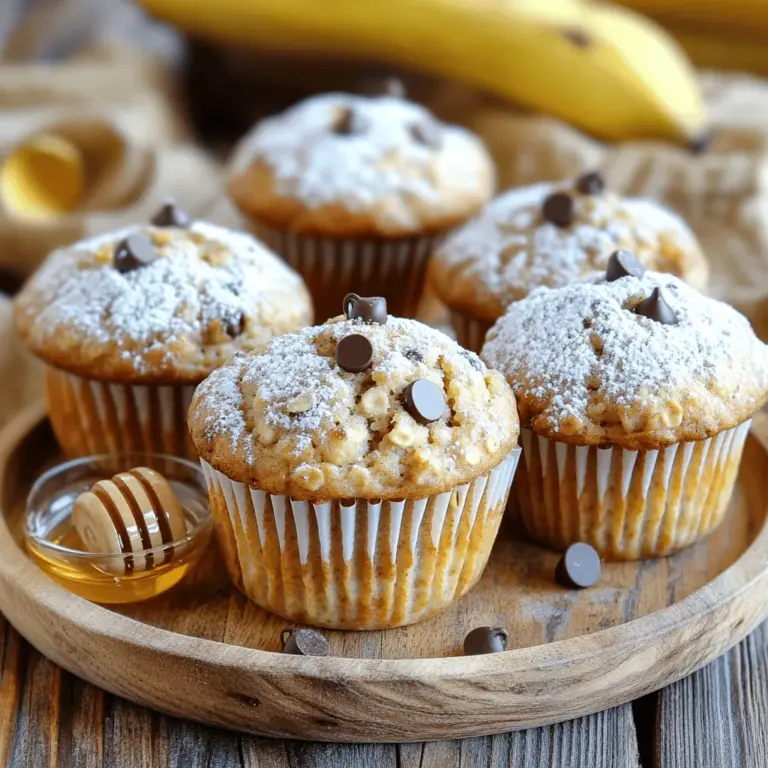 Für deine Bananen-Haferflocken-Muffins benötigst du nur wenige einfache Zutaten. Diese sind: - 2 reife Bananen, zerdrückt - 1 Tasse Haferflocken - 1 Tasse Mandelmilch (oder Milch nach Wahl) - 1/2 Tasse Honig oder Ahornsirup - 1/4 Tasse Pflanzenöl oder geschmolzenes Kokosöl - 1 Teelöffel Vanilleextrakt - 1 Teelöffel Backpulver - 1/2 Teelöffel Natron - 1/2 Teelöffel Zimt - 1/4 Teelöffel Salz Diese Zutaten machen die Muffins saftig und lecker. Die reifen Bananen geben eine natürliche Süße und Feuchtigkeit. Haferflocken sorgen für eine gute Textur. Du kannst die Muffins nach deinem Geschmack süßen. Hier sind einige Optionen: - Honig: Ein Klassiker. Gibt eine schöne Süße. - Ahornsirup: Ein toller Geschmack. Etwas weniger süß, aber sehr aromatisch. - Kokosblütenzucker: Für einen leichten Karamellgeschmack. - Stevia: Eine kalorienfreie Option. Ideal für Diabetiker. Diese Alternativen machen die Muffins zu einem besonderen Genuss, passend zu deinem Geschmack. Um deine Muffins interessanter zu machen, füge einige zusätzliche Zutaten hinzu: - 1/2 Tasse gehackte Walnüsse oder Pekannüsse (optional) - 1/2 Tasse Schokoladenstückchen (optional) Diese Zutaten bringen neuen Geschmack und Textur. Nüsse fügen Crunch hinzu, während Schokolade für einen süßen Kick sorgt. Du kannst mit den Zutaten spielen, um deine perfekte Muffin-Mischung zu finden. Wenn du bereit bist, schau dir das [Full Recipe] an, um die Muffins zu backen. Zuerst heize den Ofen auf 175°C vor. Nimm ein Muffinblech und lege Papierförmchen hinein oder sprühe es mit Antihaftspray ein. Diese Vorbereitung hilft, die Muffins leicht herauszunehmen. Ein gut vorbereitetes Blech sorgt für gleichmäßiges Backen. Nimm eine große Schüssel und zerdrücke die reifen Bananen. Füge die Haferflocken und die Mandelmilch hinzu. Dann gib den Honig oder den Ahornsirup hinzu. Diese Zutaten sorgen für Feuchtigkeit und Süße. Jetzt ist es Zeit für das Pflanzenöl und den Vanilleextrakt. Rühre alles gut um. In einer anderen Schüssel vermische das Backpulver, Natron, Zimt und Salz. Diese trockenen Zutaten sind wichtig für den Geschmack und die Konsistenz. Füge sie langsam zur Bananenmischung hinzu und rühre sanft. Vermeide es, zu viel zu rühren. So bleiben die Muffins schön locker. Falls du Nüsse oder Schokoladenstückchen magst, hebe diese jetzt unter. Sie geben den Muffins einen tollen Biss. Teile den Teig gleichmäßig auf die Muffinförmchen auf. Fülle jedes Förmchen etwa zu zwei Dritteln. Jetzt kommen die Muffins in den vorgeheizten Ofen. Backe sie für 18 bis 20 Minuten. Du kannst mit einem Zahnstocher testen, ob sie fertig sind. Steche in die Mitte eines Muffins. Der Zahnstocher sollte sauber herauskommen. Wenn die Muffins fertig sind, lasse sie für etwa 5 Minuten in der Form abkühlen. Danach lege sie auf ein Kuchengitter. So kühlen sie gleichmäßig ab. Diese Schritte sind wichtig für die perfekte Konsistenz der Muffins. Du kannst das vollständige Rezept hier finden: [Full Recipe]. Um die beste Konsistenz für deine Bananen-Haferflocken-Muffins zu erreichen, halte dich an diese Tipps: - Verwende reife Bananen. Sie sind süßer und geben Feuchtigkeit. - Mische die trockenen Zutaten gut, bevor du sie zu den feuchten Zutaten gibst. - Rühre den Teig nur so lange, bis er gerade verbunden ist. Zu viel Rühren macht die Muffins dicht. - Achte darauf, dass die Muffinförmchen nicht zu voll sind. Fülle sie nur zu 2/3. Einige häufige Fehler können das Backen deiner Muffins ruinieren: - Überbacke sie nicht! Achte auf die Zeit und teste sie mit einem Zahnstocher. - Verwende keine kalten Zutaten. Lass Milch und Eier vorher auf Raumtemperatur kommen. - Vermeide es, das Backpulver und Natron zu vergessen. Sie helfen den Muffins, schön aufzugehen. - Stelle sicher, dass dein Ofen die richtige Temperatur hat. Ein Ofenthermometer kann dir helfen. Um die Frische deiner Muffins zu erhalten, beachte diese Lagerungstipps: - Lass die Muffins vollständig abkühlen, bevor du sie lagerst. - Lege sie in einen luftdichten Behälter. So bleiben sie frisch. - Wenn du Muffins länger aufbewahren möchtest, kannst du sie einfrieren. Wickele sie gut ein, um Gefrierbrand zu vermeiden. - Zum Auftauen einfach bei Raumtemperatur stehen lassen oder kurz in die Mikrowelle geben. Für das vollständige Rezept der Bananen-Haferflocken-Muffins, schau dir das [Full Recipe] an! {{image_4}} Nüsse machen die Muffins noch besser. Sie fügen einen tollen Crunch hinzu. Ich empfehle, Walnüsse oder Pekannüsse zu verwenden. Einfach 1/2 Tasse gehackte Nüsse in den Teig geben. Der nussige Geschmack ergänzt die süßen Bananen perfekt. Diese Muffins sind nicht nur lecker, sondern auch nahrhaft. Sie bieten gesunde Fette und Proteine. Wenn du Schokolade liebst, sind diese Muffins ein Muss! Füge 1/2 Tasse Schokoladenstückchen zu deinem Teig hinzu. Sie schmelzen beim Backen und sorgen für eine süße Überraschung. Die Kombination aus Bananen und Schokolade ist einfach unwiderstehlich. Diese Muffins sind perfekt für einen süßen Snack. Sie sind toll zum Teilen oder einfach für dich allein. Möchtest du glutenfreie Muffins? Das ist einfach möglich. Ersetze die Haferflocken durch glutenfreie Haferflocken. Achte darauf, dass alle Zutaten glutenfrei sind. So kannst du die Muffins genießen, ohne dir Sorgen zu machen. Diese Option schmeckt trotzdem fantastisch und bleibt saftig. Du kannst auch Mandeln oder Kokosmehl verwenden, um den Teig zu variieren. Für das ganze Rezept, schau dir die [Full Recipe] an. Jeder Muffin hat etwa 120 Kalorien. Die Makronährstoffe setzen sich aus 3g Protein, 5g Fett und 20g Kohlenhydraten zusammen. Diese Muffins sind eine gute Energiequelle. Sie bieten Ballaststoffe durch Hafer und Bananen. Das macht sie sättigend. Hafer hat viele Vorteile. Er senkt den Cholesterinspiegel und hilft der Verdauung. Außerdem gibt er dir langanhaltende Energie. Bananen sind reich an Kalium. Sie fördern die Herzgesundheit und geben dir schnell Energie. Gemeinsam sind sie eine gesunde Kombination. Diese Muffins unterstützen ein gesundes Leben und sind lecker. Einen Muffin passt gut als Snack. Du kannst ihn morgens oder nachmittags genießen. Für Kinder sind diese Muffins eine tolle Wahl. Sie sind nahrhaft und machen satt. Iss zwei Muffins für ein leichtes Frühstück oder einen Snack. Die Portionen sind einfach und helfen dir, gesund zu bleiben. Die Muffins sind in einem luftdichten Behälter bis zu fünf Tage frisch. Lagern Sie sie bei Raumtemperatur. Sie können die Muffins auch im Kühlschrank aufbewahren, aber das macht sie trockener. Wenn Sie die Muffins länger aufbewahren möchten, frieren Sie sie ein. In einem Gefrierbeutel halten sie sich bis zu drei Monate. Ja, gefrorene Bananen sind perfekt für dieses Rezept. Lassen Sie die Bananen zuerst auftauen und drücken Sie sie dann gut aus. Sie geben den Muffins eine schöne Süße. Achten Sie darauf, sie gut zu zerdrücken. So wird die Textur gleichmäßiger und die Muffins werden fluffig. Um die Muffins zuckerfrei zu machen, verwenden Sie reife Bananen als Süßungsmittel. Sie sind natürlich süß und geben den Muffins Geschmack. Sie können auch ungesüßte Apfelmus oder Dattelpaste verwenden. Diese Alternativen halten die Muffins saftig und lecker. Die Bananen-Haferflocken-Muffins bieten gesunde Zutaten und einfache Zubereitung. Wir haben die Hauptzutaten, süßende Optionen und Variationen besprochen. Tipps für die perfekte Konsistenz helfen, häufige Fehler zu vermeiden. Nährwertinformationen zeigen, dass diese Muffins nahrhaft sind und ideal für Snacks. Nutze die Antworten auf die häufigsten Fragen für eine stressfreie Backerfahrung. Diese Muffins sind nicht nur lecker, sondern auch gesund und anpassbar. Jetzt kannst du sie selbst backen und genießen!