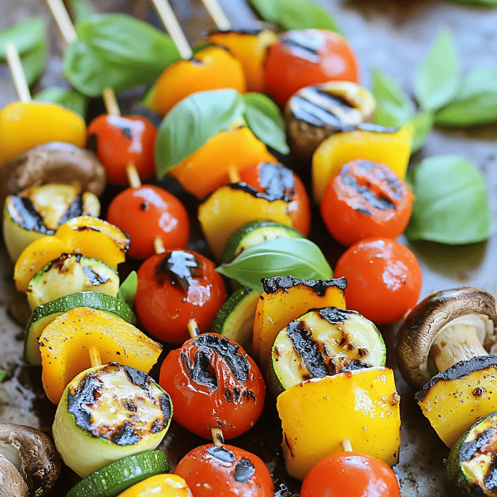 Um bunte gegrillte Gemüse-Spieße zu machen, brauchst du frische Zutaten. Hier ist eine Liste: - 1 rote Paprika, in Stücke geschnitten - 1 gelbe Paprika, in Stücke geschnitten - 1 Zucchini, in Scheiben geschnitten - 1 rote Zwiebel, in Wedges geschnitten - 8 Cocktailtomaten - 1 Tasse Champignons, halbiert - 3 Esslöffel Olivenöl - 2 Esslöffel Balsamico-Essig - 2 Knoblauchzehen, fein gehackt - 1 Teelöffel getrockneter Oregano - 1 Teelöffel geräucherpaprika - Salz und Pfeffer nach Geschmack - Frische Basilikumblätter zum Garnieren Diese bunten Zutaten bringen Farbe und Geschmack auf deinen Grill. Wenn du Gemüse kaufst, achte auf einige Dinge. Wähle Gemüse, das fest und glänzend ist. Es sollte keine braunen Flecken oder Druckstellen haben. Frische Paprika sollten knackig sein. Zucchini sollte klein und fest sein. Die Zwiebeln sollten trocken sein und keine Wurzelansätze haben. Achte auch auf die Saison. Saisonales Gemüse hat oft den besten Geschmack. Die Marinade ist der Schlüssel zu gutem Geschmack. Du kannst Olivenöl und Balsamico-Essig verwenden. Füge gehackten Knoblauch und Oregano hinzu. Geräucherpaprika gibt eine tolle Note. Du kannst auch etwas Honig für Süße hinzufügen. Mische alles gut in einer Schüssel. Lass das Gemüse mindestens 30 Minuten in der Marinade ziehen. Für das komplette Rezept schau dir den Full Recipe an. Zuerst heize den Grill auf mittlere bis hohe Temperatur vor. Ein heißer Grill sorgt für perfekte Grillstreifen. Wenn du Holzspieße verwendest, weiche sie in Wasser ein. Dadurch brennen sie nicht an. Lege alles bereit: Grillutensilien, eine große Schüssel und die Zutaten von der Full Recipe. In einer großen Schüssel mische das Olivenöl, Balsamico-Essig, den gehackten Knoblauch, Oregano, geräucherpaprika, Salz und Pfeffer. Diese Marinade bringt viel Geschmack. Schneide das Gemüse in Stücke. Gib das Gemüse in die Schüssel und vermische alles gut. Achte darauf, dass jedes Stück gut mit der Marinade bedeckt ist. Lass das Gemüse für etwa 15 Minuten marinieren, damit die Aromen einziehen. Nehme nun die marinierten Gemüsestücke. Stecke sie abwechselnd auf die Spieße. Mische die Farben und Formen für eine schöne Präsentation. Lege die Spieße auf den heißen Grill. Grille sie für 10 bis 12 Minuten. Wende sie gelegentlich, damit sie gleichmäßig gar werden. Das Gemüse sollte zart und leicht angebräunt sein. Nach dem Grillen lasse die Spieße ein paar Minuten ruhen. Garniere sie mit frischen Basilikumblättern für den letzten Schliff. Beim Grillen von Gemüse gibt es häufige Fehler, die du vermeiden solltest. Zuerst solltest du darauf achten, dass das Gemüse gleichmäßig geschnitten ist. Unterschiedliche Größen garen unterschiedlich. Zweitens, marinieres das Gemüse gut. Eine gute Marinade sorgt für mehr Geschmack. Achte darauf, dass du die Holzspieße vorher in Wasser einweichst. So verhinderst du, dass sie am Grill verbrennen. Um den Geschmack deiner Grillspieße zu verbessern, probiere verschiedene Kombinationen. Du kannst zum Beispiel Zucchini mit Paprika und Zwiebeln mischen. Eine weitere tolle Idee ist, frische Kräuter wie Rosmarin oder Thymian hinzuzufügen. Diese Kräuter geben dem Gemüse einen besonderen Kick. Du kannst auch Feta-Käse oder Oliven hinzufügen. Diese Zutaten bringen neue Aromen in dein Gericht. Die Grilltechnik ist wichtig für perfekte Spieße. Stelle sicher, dass der Grill gut vorgeheizt ist. Eine mittlere bis hohe Temperatur funktioniert am besten. Lege die Spieße nicht zu dicht zusammen. So kann die Hitze gut zirkulieren. Wende die Spieße alle paar Minuten. So garen sie gleichmäßig und bekommen schöne Grillstreifen. Du kannst die Spieße auch leicht mit Olivenöl bestreichen, damit sie nicht kleben. {{image_4}} Du kannst deine Grillspieße leicht aufpeppen. Füge zum Beispiel Hähnchen, Tofu oder Garnelen hinzu. Diese Proteinquellen ergänzen das Gemüse gut. Das bringt mehr Geschmack und macht die Spieße sättigender. Marinieren musst du auch das zusätzliche Protein. So wird alles gleichmäßig gewürzt. Denke daran, die Garzeit anzupassen. Hähnchen zum Beispiel braucht länger als Gemüse. Die Vielfalt bei den Gemüsesorten ist wichtig. Du kannst mit der Auswahl kreativ werden. Probiere Auberginen, Kirschtomaten oder Paprika. Auch Kürbis und Brokkoli sind tolle Optionen. Jede Sorte hat ihren eigenen Geschmack. Das macht die Spieße bunt und interessant. Du kannst sogar mariniertes Gemüse mischen. So bekommst du verschiedene Aromen in einem Bissen. Eine gute Marinade macht einen großen Unterschied. Probiere mediterrane Zutaten wie Zitronensaft, Thymian und Olivenöl. Diese Kombination gibt deinen Spießen einen frischen Geschmack. Füge auch Feta-Käse hinzu, um den Geschmack zu verstärken. Diese Marinade passt gut zu vielen Gemüsesorten. Experimentiere mit verschiedenen Kräutern. So findest du die perfekte Mischung für dich. Für mehr Details über die Zubereitung, sieh dir das Full Recipe an. Wenn du nach dem Grillen Reste hast, bewahre sie sicher auf. Lege die Spieße in einen luftdichten Behälter. Stelle sicher, dass die Spieße abgekühlt sind, bevor du sie hineinlegst. So bleiben die Aromen frisch. Reste halten sich im Kühlschrank bis zu drei Tage. Wenn du sie länger aufbewahren möchtest, friere sie ein. In diesem Fall verwende einen gefriergeeigneten Behälter. Um die Gemüse-Spieße aufzuwärmen, nutze den Ofen oder eine Pfanne. Heize den Ofen auf 180 Grad vor. Lege die Spieße auf ein Backblech und erwärme sie 10 Minuten lang. Du kannst auch etwas Olivenöl hinzufügen. Das hilft, den Geschmack zu bewahren. In einer Pfanne kannst du sie bei mittlerer Hitze für etwa 5 Minuten erwärmen. Achte darauf, sie regelmäßig zu wenden, damit sie gleichmäßig warm werden. Die Planung macht alles einfacher. Du kannst die Gemüse-Spieße bis zu einen Tag vorher zubereiten. Marinieren und auf die Spieße stecken, dann abdecken und im Kühlschrank lagern. Wenn du bereit bist zu grillen, nimm die Spieße einfach heraus. Das spart Zeit und macht das Grillen entspannter. So kannst du deine Bunte Gegrillte Gemüse-Spieße genießen, wann immer du willst. Grill die Gemüse-Spieße für etwa 10 bis 12 Minuten. Wende sie dabei regelmäßig. So werden sie gleichmäßig gar. Das Gemüse sollte zart sein und schöne Grillstreifen zeigen. Achte darauf, dass die Spieße nicht anbrennen. Ein guter Tipp ist, sie auf mittlerer bis hoher Hitze zu grillen. So bleiben die Aromen besser erhalten. Ja, du kannst gefrorenes Gemüse verwenden. Es ist praktisch und schnell. Achte darauf, das Gemüse vorher aufzutauen. Drücke das Wasser gut aus, damit die Spieße nicht zu nass werden. Das hilft, die Marinade besser aufzunehmen. So bekommst du trotzdem einen tollen Grillgeschmack. Bunte gegrillte Gemüse-Spieße passen gut zu vielen Gerichten. Du kannst sie mit Reis oder Quinoa servieren. Auch ein frischer Salat ist eine gute Wahl. Für mehr Protein kannst du gegrilltes Hähnchen oder Tofu dazugeben. Das macht die Mahlzeit noch sättigender. Die Spieße sind auch lecker in einem Wrap oder auf einem Sandwich. Bunte gegrillte Gemüse-Spieße sind einfach zuzubereiten und vielseitig. Wir haben die Hauptzutaten und Marinaden besprochen, die frisches Gemüse hervorheben. Die Schritt-für-Schritt-Anleitung zeigt, wie man die Spieße perfekt grillt. Zu den Tipps gehören das Vermeiden von Fehlern und die besten Grilltechniken. Gerichte für Varianten wie proteinreiche Ergänzungen bieten noch mehr Geschmack. Reste lassen sich leicht lagern und aufwärmen. Mit diesen Tipps bringst du Farbe und Geschmack auf den Grill. Nutze die Ideen und genieße jedes gesunde Bissen!