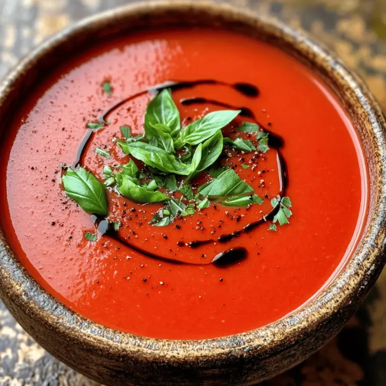 - 2 Esslöffel Olivenöl - 1 mittlere Zwiebel, fein gehackt - 3 Knoblauchzehen, gehackt - 2 Dosen (je 400 g) gewürfelte Tomaten (mit Saft) - 500 ml Gemüsebrühe - 250 ml Sahne - 1 Teelöffel Zucker - 1 Teelöffel getrockneter Oregano - Salz und Pfeffer nach Geschmack - 1 Tasse frische Basilikumblätter, gehackt (plus extra zur Garnitur) - 1 Esslöffel Balsamico-Essig (optional) Ich liebe die Zutaten für meine cremige Tomaten-Basilikum-Suppe. Diese Mischung bringt viel Geschmack. Das Olivenöl gibt der Suppe einen tollen Grundgeschmack. Die Zwiebel fügt eine süße Note hinzu, während der Knoblauch für einen köstlichen Duft sorgt. Die gewürfelten Tomaten sind die Hauptzutat. Sie bringen die perfekte Süße und Säure. Die Gemüsebrühe macht die Suppe leicht und frisch. Die Sahne verleiht eine cremige Textur, die die Aromen umarmt. Zucker und Oregano runden den Geschmack ab. Salz und Pfeffer bringen alles zusammen. Die frischen Basilikumblätter geben der Suppe einen frischen Kick. Wenn du magst, füge einen Spritzer Balsamico-Essig hinzu. Das ist optional, macht die Suppe aber noch interessanter. Diese Zutaten sind einfach zu finden. Du kannst sie in jedem Supermarkt kaufen. Sie machen dein Essen besonders. Wenn du das Rezept genau befolgst, wirst du eine köstliche Suppe haben. Du findest die vollständigen Anweisungen im [Full Recipe]. - Erhitze 2 Esslöffel Olivenöl in einem großen Topf bei mittlerer Hitze. - Füge 1 fein gehackte Zwiebel hinzu und dünste sie etwa 5 Minuten lang, bis sie glasig wird. - Jetzt kommt 3 gehackte Knoblauchzehen dazu. Brate sie für 1-2 Minuten an, bis sie duften. - Gib 2 Dosen gewürfelte Tomaten (mit Saft) und 500 ml Gemüsebrühe in den Topf. Rühre alles gut um. - Lass die Mischung zum Köcheln bringen. Füge 1 Teelöffel Zucker, 1 Teelöffel getrockneten Oregano, Salz und Pfeffer nach Geschmack hinzu. Köchle alles für etwa 15 Minuten, damit sich die Aromen verbinden. - Püriere die Suppe mit einem Stabmixer, bis sie glatt ist. - Gib die pürierte Suppe zurück in den Topf. Rühre 250 ml Sahne und 1 Tasse gehackte frische Basilikumblätter ein. - Optional kannst du 1 Esslöffel Balsamico-Essig hinzufügen, um einen Hauch von Säure zu bekommen. - Erhitze alles vorsichtig und rühre um. Schmecke die Suppe ab und würze nach Bedarf nach. Jetzt hast du eine leckere, cremige Tomaten-Basilikum-Suppe! Du kannst das vollständige Rezept auch [hier finden](#). Um die Suppe samtig zu machen, püriere sie mit einem Stabmixer. Das gibt der Suppe eine schöne, glatte Textur. Wenn du eine dickere oder dünnere Konsistenz möchtest, passe die Brühe an. Mehr Brühe macht die Suppe leichter. Weniger Brühe macht sie cremiger. Frischer Basilikum bringt einen starken Geschmack in die Suppe. Das macht wirklich einen großen Unterschied. Du kannst auch mit anderen Kräutern und Gewürzen spielen. Zum Beispiel, füge etwas Thymian oder Paprika hinzu. So machst du die Suppe noch interessanter. Die Suppe sieht toll aus, wenn du sie in tiefen Tellern oder Schüsseln servierst. Das macht das Essen noch schöner. Garniere die Suppe mit frischem Basilikum. Das gibt nicht nur Farbe, sondern auch einen frischen Geschmack. Jeder wird es lieben, deine cremige Tomaten-Basilikum-Suppe zu sehen und zu schmecken! {{image_4}} Für eine vegane Option kannst du die Sahne durch Kokosmilch oder pflanzliche Sahne ersetzen. Das gibt der Suppe eine cremige Textur und einen leichten Kokosgeschmack. Diese Variante ist perfekt für alle, die Milchprodukte meiden. Kokosmilch passt gut zu den Tomaten und dem Basilikum. So bleibt der Geschmack der Suppe frisch und lecker. Wenn du glutenfrei essen möchtest, achte darauf, glutenfreie Gemüsebrühe zu verwenden. Es ist wichtig, auch alle anderen Zutaten zu überprüfen. Viele Dosenprodukte enthalten Gluten. Du kannst frische Tomaten oder selbstgemachte Brühe verwenden, um sicher zu sein. Diese einfachen Änderungen machen die Suppe für jeden zugänglich. Die Suppe ist köstlich, wenn sie mit geröstetem Brot serviert wird. Das Brot passt gut zu der cremigen Textur. Du kannst auch einen frischen Salat dazu machen. Ein einfacher grüner Salat mit einem leichten Dressing ergänzt die Suppe perfekt. Diese Kombination macht dein Essen noch genussvoller. Für das vollständige Rezept, schau dir die [Full Recipe] an. Um die cremige Tomatensuppe frisch zu halten, lagere sie im Kühlschrank. Verwende einen luftdichten Behälter, um den Geschmack zu bewahren. So bleibt die Suppe für 3 bis 4 Tage genießbar. Ein einfacher Tipp: Lass die Suppe abkühlen, bevor du sie in den Behälter füllst. Das hilft, Bakterien zu vermeiden. Wenn du mehr Suppe machen willst, friere sie in Portionen ein. So hast du immer eine leckere Mahlzeit zur Hand. Achte darauf, luftdichte Behälter zu verwenden, damit kein Frostgeschmack entsteht. Stelle sicher, dass die Temperatur des Gefrierschranks bei -18 Grad Celsius oder niedriger liegt. So bleibt die Suppe bis zu 3 Monate frisch. Die gesamte Zubereitungszeit beträgt 35 Minuten. Die Vorbereitungszeit liegt bei etwa 10 Minuten. In dieser Zeit schnippelst du die Zwiebeln und den Knoblauch. Das Kochen der Suppe dauert dann etwa 25 Minuten. So einfach und schnell kannst du die cremige Tomaten-Basilikum-Suppe genießen. Ja, du kannst die Suppe 1-2 Tage im Voraus machen. Das ist sehr praktisch! Bereite die Suppe einfach zu und lass sie abkühlen. Fülle sie dann in einen Behälter und stelle sie in den Kühlschrank. Wenn du die Suppe essen möchtest, wärme sie einfach auf dem Herd oder in der Mikrowelle auf. So sparst du Zeit und hast immer eine leckere Mahlzeit parat. Ja, diese Suppe ist eine gesunde Wahl. Tomaten sind reich an Vitaminen und Antioxidantien. Sie unterstützen das Herz und die Haut. Basilikum hat ebenfalls viele Vorteile. Es ist gut für die Verdauung und hat entzündungshemmende Eigenschaften. Diese Kombination macht die Suppe nahrhaft und lecker. Du kannst die Nährwerte leicht anpassen, indem du weniger Sahne verwendest oder sie durch pflanzliche Alternativen ersetzt. So bleibt sie gesund und bleibt trotzdem cremig. In diesem Blogbeitrag haben wir eine leckere Suppe vorgestellt. Du hast die Zutaten, die Zubereitung und Tipps kennengelernt. Auch Variationen wie die vegane Version wurden angesprochen. Diese Suppe ist einfach, gesund und voll im Geschmack. Du kannst sie leicht anpassen und lagern. Experimentiere mit neuen Ideen und genieße dein Essen! Die Freude am Kochen und Essen ist das Wichtigste. Probiere es aus und teile diese köstliche Suppe mit Freunden und Familie!