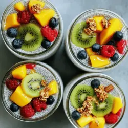 Für einen köstlichen Vanille Chia-Pudding brauche ich einige einfache Zutaten. Diese Grundzutaten sind: - 1/2 Tasse Chiasamen - 2 Tassen Mandelmilch (oder eine andere pflanzliche Milch) - 1/4 Tasse Ahornsirup (oder Honig) - 1 Teelöffel Vanilleextrakt - 1/2 Teelöffel Zimt (optional) Diese Zutaten sind leicht zu finden und machen den Pudding lecker und nährstoffreich. Die Chiasamen sind die Stars dieses Rezepts. Sie quellen auf und geben dem Pudding eine tolle Konsistenz. Wenn du keine Mandelmilch magst, gibt es viele Alternativen. Du kannst auch folgende pflanzliche Milch verwenden: - Hafermilch - Sojamilch - Kokosmilch - Reis-Milch Jede dieser Milchsorten bringt einen eigenen Geschmack und eine spezielle Textur mit. Experimentiere ruhig mit verschiedenen Sorten, um deinen perfekten Pudding zu finden. Süße deinen Pudding nach deinem Geschmack. Neben Ahornsirup kannst du auch diese Süßungsmittel probieren: - Honig - Agavensirup - Kokosblütenzucker Für mehr Geschmack kannst du Aromen hinzufügen. Probiere zum Beispiel: - Vanilleextrakt - Kakaopulver - Fruchtpüree Diese Optionen erlauben es dir, deinen Pudding kreativ zu gestalten. So wird jede Portion einzigartig und lecker. Wenn du mehr Details über die Zubereitung möchtest, schau dir das Full Recipe an. Um Chiasamen vorzubereiten, brauche ich eine große Schüssel. Ich gebe die Chiasamen in die Schüssel. Dann füge ich die Mandelmilch hinzu. Es ist wichtig, alles gut zu vermischen. Ich benutze einen Schneebesen, um Klumpen zu vermeiden. Die Chiasamen nehmen schnell die Flüssigkeit auf. So werden sie später dick und cremig. Nach der Vorbereitung füge ich den Ahornsirup, den Vanilleextrakt und den Zimt hinzu. Ich rühre alles kräftig um, bis es gut vermischt ist. Man kann auch andere Süßungsmittel verwenden, falls man möchte. Jetzt ist der Pudding fast fertig. Ich decke die Schüssel mit Frischhaltefolie ab oder fülle die Mischung in ein Glas. Die Kühlzeit ist wichtig für die perfekte Konsistenz. Ich stelle die Mischung für mindestens vier Stunden in den Kühlschrank. Am besten lasse ich sie über Nacht stehen. So können die Chiasamen die Flüssigkeit gut aufnehmen. Nach der Kühlzeit rühre ich den Pudding nochmals gut durch. Falls er zu dick ist, gebe ich einen kleinen Schluck Mandelmilch hinzu. Zum Schluss verteile ich den Pudding auf Serviergeschirr und dekoriere ihn mit frischen Früchten. Ich kann auch Nüsse oder Granola für den Crunch hinzufügen. Wer die genauen Schritte sehen möchte, findet die Anleitung im Full Recipe. Um den perfekten Chia-Pudding zu machen, ist die richtige Mischung wichtig. Du solltest die Chiasamen gut mit der Mandelmilch vermengen. Achte darauf, dass keine Klumpen entstehen. Ein Schneebesen hilft dir, die Mischung gründlich zu rühren. Lass den Pudding für mindestens vier Stunden im Kühlschrank stehen. So können die Chiasamen die Flüssigkeit gut aufnehmen. Du kannst auch über Nacht warten, um eine noch bessere Konsistenz zu erreichen. Wenn der Pudding zu dick wird, kannst du etwas mehr Milch hinzufügen. Hier sind einige wichtige Dos and Don'ts, die dir helfen. Dos: - Mische sorgfältig: Rühre gut, um Klumpen zu vermeiden. - Kontrolliere die Kühlzeit: Lass den Pudding genug Zeit im Kühlschrank. - Variiere die Toppings: Nutze frische Früchte oder Nüsse für mehr Geschmack. Don'ts: - Vermeide zu viel Süßstoff: Zu viel kann den Geschmack überdecken. - Lass ihn nicht zu lange stehen: Chia-Pudding kann nach ein paar Tagen matschig werden. - Überschütte ihn nicht mit Flüssigkeit: Halte die Menge an Flüssigkeit im Gleichgewicht. Die Präsentation macht viel aus. Du kannst klare Gläser verwenden, um die Schichten zu zeigen. Fülle den Pudding in Schichten mit Früchten und Nüssen. Das sieht schön aus und macht Appetit. Träufle etwas Ahornsirup obenauf, um das Ganze abzurunden. Frische Minze als Garnitur kann ebenfalls einen tollen Farbkontrast bieten. So wird dein Vanille Chia-Pudding nicht nur lecker, sondern auch ein echter Hingucker! {{image_4}} Du kannst den Vanille Chia-Pudding ganz einfach anpassen. Füge Kakao oder geschmolzene Schokolade für eine schokoladige Note hinzu. Möchtest du Kaffeegeschmack? Rühre etwas starken Kaffee oder Espresso unter. Für fruchtige Varianten kannst du pürierte Früchte wie Bananen oder Mangos einmischen. Diese Alternativen machen deinen Pudding noch aufregender und leckerer! Wenn du zuckerfrei leben möchtest, ersetze den Ahornsirup durch einen kalorienfreien Süßstoff. Du kannst auch Agavendicksaft oder Dattelsirup verwenden. Für vegane Optionen achte darauf, pflanzliche Milch zu wählen. Der Pudding bleibt lecker und gesund, egal welche Diät du verfolgst! Die Toppings machen den Chia-Pudding noch besser! Nutze frische Früchte wie Beeren, Kiwi oder Mango für mehr Farbe und Geschmack. Nüsse oder Granola fügen einen tollen Crunch hinzu. Du kannst auch Kokosraspeln oder Joghurt verwenden, um mehr Cremigkeit zu bekommen. Diese Ideen sorgen dafür, dass der Pudding immer frisch und spannend bleibt! Vanille Chia-Pudding bleibt bis zu fünf Tage frisch. Lagere ihn im Kühlschrank. Nach ein bis zwei Tagen schmeckt er am besten. Achte darauf, dass er gut abgedeckt ist. So bleibt die Frische erhalten. Verwende ein luftdichtes Glas oder einen Behälter. Dies schützt den Pudding vor Gerüchen im Kühlschrank. Wenn du den Pudding für mehrere Tage machst, teile ihn in Portionen auf. So kannst du einfach eine Portion nehmen, wenn du Lust hast. Wenn du Reste hast, sei kreativ. Du kannst den Pudding mit Joghurt mischen oder in Smoothies verwenden. Auch als Topping für Haferflocken eignet er sich gut. Füge frische Früchte hinzu, um den Geschmack aufzufrischen. So bleibt dein Pudding spannend und lecker. Chiasamen sind sehr gesund. Sie sind reich an Ballaststoffen, Proteinen und Omega-3-Fettsäuren. Diese Samen helfen, den Blutzuckerspiegel stabil zu halten. Außerdem fördern sie die Verdauung und wirken entzündungshemmend. Für viele Menschen sind Chiasamen eine großartige Ergänzung. Sie können leicht in verschiedene Gerichte integriert werden. Ja, du kannst andere Süßungsmittel verwenden. Honig, Agavensirup oder Stevia sind gute Alternativen. Diese Süßungsmittel bieten verschiedene Geschmäcker und Süßungsgrade. Wenn du es weniger süß magst, reduziere die Menge. Probiere, bis du deinen perfekten Geschmack findest. Es ist besser, den Pudding zu kühlen. Ohne Kühlung kann die Konsistenz ungleichmäßig sein. Chiasamen brauchen Zeit, um die Flüssigkeit aufzunehmen. Wenn du keine Zeit hast, kannst du ihn nur kurz ruhen lassen. Aber für das beste Ergebnis empfehle ich, ihn mindestens vier Stunden im Kühlschrank zu lassen. Vanille Chia-Pudding ist einfach zu machen und sehr lecker. Wir haben die Grundzutaten, die Zubereitung und Tipps für die perfekte Konsistenz besprochen. Du kannst die Rezepte anpassen, um verschiedene Geschmäcker und Diäten zu berücksichtigen. Außerdem hast du gelernt, wie man Chia-Pudding richtig lagert und aufbewahrt. Nutze die Ideen und Variationen, um deinen Pudding zu einem Highlight zu machen. Experimentiere mit den Zutaten und finde deine Lieblingsversion!