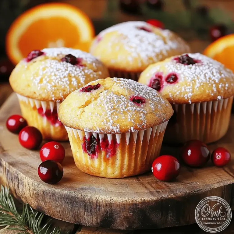 Um saftige Orange Cranberry Muffins zu backen, brauchst du folgende Zutaten: - 1 ½ Tassen Allzweckmehl - 1 Tasse frische Cranberries, grob gehackt - ½ Tasse weißer Zucker - ½ Tasse brauner Zucker, fest gepackt - 1 Esslöffel Backpulver - ½ Teelöffel Natron - ½ Teelöffel Salz - 1 große Orange, abgerieben und ausgepresst - 1 großes Ei - ½ Tasse Buttermilch - ⅓ Tasse Pflanzenöl - 1 Teelöffel Vanilleextrakt Diese Zutaten sorgen für den perfekten Geschmack und die richtige Konsistenz deiner Muffins. Du kannst deinen Muffins mehr Textur und Geschmack hinzufügen, indem du diese optionalen Zutaten verwendest: - ¼ Tasse gehackte Walnüsse oder Pekannüsse Nüsse geben den Muffins einen schönen Crunch und ergänzen die fruchtigen Aromen. Wenn du keine frischen Cranberries findest, kannst du gefrorene verwenden. Achte darauf, sie vorher nicht auftauen zu lassen. Brauner Zucker kann auch durch Kokoszucker ersetzt werden, um einen leicht anderen Geschmack zu erzielen. Wenn du keine Buttermilch hast, mische ½ Tasse Milch mit 1 Teelöffel Essig und lasse es stehen. So erhältst du einen ähnlichen Effekt. Die Zutaten sind einfach zu finden und machen das Backen leicht. Für das vollständige Rezept kannst du die Zitrusüberraschung Orange Cranberry Muffins ansehen. Heize deinen Ofen auf 190°C vor. Das ist wichtig, um die Muffins gleichmäßig zu backen. Lege ein Muffinblech mit Papierförmchen aus oder fette es gut ein. So bleiben die Muffins nicht kleben. Achte darauf, dass du alle Zutaten bereitgestellt hast. Das macht den Prozess einfacher und schneller. Nimm eine große Rührschüssel. Vermische darin 1 ½ Tassen Allzweckmehl, ½ Tasse weißen Zucker, ½ Tasse braunen Zucker, 1 Esslöffel Backpulver, ½ Teelöffel Natron und ½ Teelöffel Salz. Rühre die Mischung gut um. So verteilen sich die Zutaten gleichmäßig. Das ist wichtig für den Geschmack und die Textur der Muffins. In einer separaten Schüssel mische die Schale einer großen Orange, den frisch gepressten Saft, 1 großes Ei, ½ Tasse Buttermilch, ⅓ Tasse Pflanzenöl und 1 Teelöffel Vanilleextrakt. Rühre alles gut um, bis die Mischung glatt ist. Jetzt kommt der spannende Teil: Gieße die feuchten Zutaten zu den trockenen Zutaten. Falt die Mischung vorsichtig mit einem Gummispatel. Rühre nicht zu viel, kleine Klumpen sind okay. Danach füge die gehackten Cranberries hinzu. Wenn du Nüsse magst, kannst du nun auch ¼ Tasse gehackte Walnüsse oder Pekannüsse einmischen. Jetzt ist der Teig bereit für das Muffinblech! Verteile ihn gleichmäßig in die Förmchen. Fülle jedes Förmchen etwa zu ⅔. So haben die Muffins genug Platz zum Aufgehen. Jetzt kannst du sie nach dem [Full Recipe] für 18-20 Minuten backen. Muffins können leicht trocken oder zu fest werden. Hier sind einige Tipps, um dies zu verhindern: - Zu viel rühren: Rühre den Teig nur, bis alles vermischt ist. Klumpen sind okay. - Falsche Temperatur: Stelle sicher, dass der Ofen vorheizt. Ein kalter Ofen kann den Teig nicht richtig backen. - Überfüllte Förmchen: Fülle die Förmchen nur bis zu zwei Dritteln. Zu viel Teig lässt sie überlaufen. Für die besten Ergebnisse backe die Muffins bei 190°C. Die Backzeit beträgt etwa 18 bis 20 Minuten. Halte nach der goldbraunen Farbe Ausschau. Ein Zahnstocher sollte sauber herauskommen. Die richtigen Werkzeuge machen das Backen einfacher und effektiver. Hier sind meine Empfehlungen: - Muffinblech: Verwende ein hochwertiges Muffinblech für gleichmäßiges Backen. - Papierförmchen: Diese erleichtern das Herausnehmen der Muffins. - Rührschüsseln: Nutze große Schüsseln, um alle Zutaten gut zu vermischen. - Gummispatel: Dieser hilft beim Falten des Teigs, ohne ihn zu zerdrücken. Mit diesen Tipps und Tricks wird das Backen deiner Orange Cranberry Muffins ein voller Erfolg. Du kannst die [Full Recipe] für detaillierte Schritte und genaue Mengenangaben nutzen. {{image_4}} Wenn du eine glutenfreie Option suchst, ist das einfach. Ersetze das Allzweckmehl mit glutenfreiem Mehl. Achte darauf, eine Mischung zu wählen, die gut bindet. Diese Mehle sind oft in Geschäften erhältlich. Die anderen Zutaten bleiben gleich. Du wirst trotzdem saftige Muffins haben, die gut schmecken. Für eine vegane Variante verwende eine Flasche Apfelmus anstelle des Eies. Das gibt Feuchtigkeit und hilft beim Binden. Ersetze die Buttermilch mit Pflanzenmilch und füge einen Esslöffel Essig hinzu. Lass es kurz stehen, damit es dickflüssig wird. Das Pflanzenöl bleibt gleich. Diese Muffins sind lecker und tierfreundlich. Du kannst auch kreativ werden. Füge Schokoladenstückchen hinzu, um einen süßen Mix zu bekommen. Dunkle Schokolade passt gut zu Orangengeschmack. Andere Früchte wie Himbeeren oder Äpfel sind ebenfalls toll. So kannst du neue Geschmäcker ausprobieren. Lass deiner Fantasie freien Lauf! Um die Saftigkeit deiner Orange Cranberry Muffins zu bewahren, lagere sie in einem luftdichten Behälter. Ein guter Behälter hält die Muffins frisch und feucht. Lege ein Stück Küchenpapier in den Behälter, um die Feuchtigkeit aufzufangen. Bei Raumtemperatur bleiben sie für 2 bis 3 Tage lecker. Du kannst sie auch im Kühlschrank aufbewahren, aber das kann die Textur ändern. Wenn du die Muffins länger aufbewahren möchtest, friere sie ein. Lass sie zuerst komplett abkühlen. Wickel jede Muffin einzeln in Frischhaltefolie. Lege die eingewickelten Muffins in einen Gefrierbeutel. Beschrifte den Beutel mit dem Datum. Im Gefrierfach bleiben sie bis zu 3 Monate frisch. Zum Auftauen lege die Muffins einfach bei Raumtemperatur für einige Stunden heraus. Um die Muffins wieder warm und lecker zu machen, heize deinen Ofen auf 150°C vor. Lege die Muffins für 10 bis 15 Minuten hinein. So bleiben sie saftig. Du kannst auch die Mikrowelle verwenden. Erwärme sie für 10 bis 15 Sekunden pro Muffin. Achte darauf, dass sie nicht zu lange drin bleiben. So bleiben sie weich und frisch. Für das vollständige Rezept, schau dir die Zitrusüberraschung Orange Cranberry Muffins an. Die Orange Cranberry Muffins sind frisch gebacken, etwa 3 bis 5 Tage haltbar. Bewahre sie in einem luftdichten Behälter auf, um ihre Saftigkeit zu erhalten. Wenn du sie länger aufbewahren möchtest, friere sie ein. So bleiben sie bis zu 3 Monate frisch. Achte darauf, sie gut in Folie einzuwickeln. Ja, du kannst die Cranberries durch viele andere Früchte ersetzen. Frische oder gefrorene Himbeeren, Heidelbeeren oder Äpfel passen gut. Wenn du getrocknete Früchte magst, versuche Aprikosen oder Rosinen. Die Wahl der Frucht kann den Geschmack der Muffins verändern, aber sie bleiben lecker. Ja, diese Muffins sind für Babys geeignet. Sie enthalten gesunde Zutaten wie Obst und weniger Zucker. Achte darauf, die Cranberries gut zu hacken, damit sie leicht zu essen sind. Du kannst auch die Zuckermenge verringern, um sie noch gesünder zu machen. Diese Muffins sind eine gute Snack-Option für kleine Entdecker. Die Zutaten für Orange Cranberry Muffins sind wichtig für den Erfolg. Wir haben die Hauptzutaten und Optionen für mehr Geschmack besprochen. Der Schritt-für-Schritt-Ansatz hilft dir beim einfachen Backen. Mit Tipps und Tricks vermeidest du Fehler beim Muffinbacken. Variationen, wie glutenfreie oder vegane Muffins, eröffnen neue Möglichkeiten. Achte auf die richtigen Lager- und Einfragemethoden, damit die Muffins frisch bleiben. Zum Schluss sind diese Muffins nicht nur lecker, sondern auch vielseitig. Jetzt bist du bereit, kreativ zu backen und deine Familie oder Freunde zu überraschen.