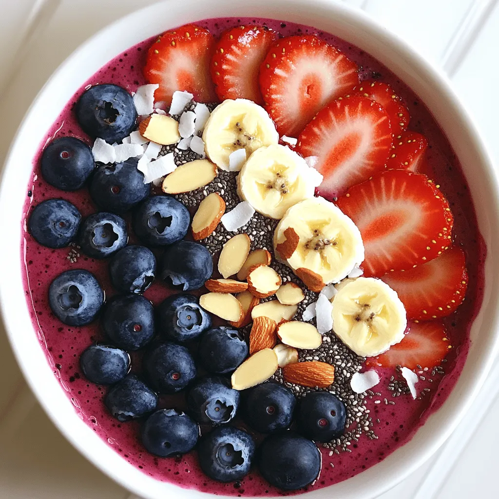 Für eine köstliche Berry Smoothie Bowl brauchst du einige einfache Zutaten. Hier sind die Hauptzutaten: - 1 Tasse gefrorene gemischte Beeren (Erdbeeren, Blaubeeren, Himbeeren) - 1 Banane, in Scheiben geschnitten - 1/2 Tasse griechischer Joghurt (oder pflanzliche Alternative) - 1/2 Tasse Mandelmilch (oder Milch nach Wahl) - 1 Esslöffel Honig oder Ahornsirup (optional) Diese Zutaten sind frisch und gesund. Sie geben der Bowl einen tollen Geschmack und eine schöne Farbe. Beeren sind wahre Kraftpakete! Sie sind voll mit Vitaminen und Antioxidantien. Diese Nährstoffe helfen deinem Körper, stark und gesund zu bleiben. - Erdbeeren: Sie sind reich an Vitamin C und gut für die Haut. - Blaubeeren: Sie verbessern die Gedächtnisleistung und fördern die Gesundheit des Herzens. - Himbeeren: Sie sind ballaststoffreich und helfen bei der Verdauung. Der Mix aus Beeren in deiner Smoothie Bowl sorgt nicht nur für einen fruchtigen Geschmack, sondern auch für viele gesundheitliche Vorteile. Toppings machen die Smoothie Bowl noch besser! Hier sind einige leckere Optionen: - Frische Beeren (Erdbeeren, Blaubeeren) - Banane in Scheiben - Gehackte Nüsse (Mandeln oder Walnüsse) - Kokosraspeln - Chiasamen Diese Toppings fügen zusätzliche Textur und Geschmack hinzu. Sie sind auch eine tolle Möglichkeit, die Bowl nach deinem Geschmack zu gestalten. Du kannst kreativ sein und ausprobieren! Zuerst wähle einen starken Mixer. Ein guter Mixer macht einen glatten Smoothie. Füge die gefrorenen Beeren, die Banane, den Joghurt und die Mandelmilch in den Mixer. Achte darauf, dass alles gut verteilt ist. Das macht das Mixen einfacher. Mix die Zutaten, bis die Mischung glatt ist. Du kannst mehr Mandelmilch hinzufügen, wenn die Mischung zu dick ist. Probiere die Mischung. Wenn du mehr Süße möchtest, füge Honig oder Ahornsirup hinzu. Mixe alles gut durch, damit sich die Süße gleichmäßig verteilt. Gieße die Smoothie-Mischung in eine Schüssel. Verwende einen Spatel, um sie gleichmäßig zu verteilen. Jetzt kommt der spaßige Teil: Toppings hinzufügen! Lege frische Beeren, Bananenscheiben, gehackte Nüsse, Kokosraspeln und Chiasamen künstlerisch auf die Mischung. So sieht die Schüssel nicht nur toll aus, sie schmeckt auch fantastisch! Serviere die Berry Smoothie Bowl sofort und genieße sie. Um die perfekte Konsistenz zu erreichen, beginnen Sie mit gefrorenen Beeren. Sie geben der Mischung Kälte und Dicke. Fügen Sie die Banane und den griechischen Joghurt hinzu. Mixen Sie die Zutaten gut, bis alles glatt ist. Wenn die Mischung zu dick ist, geben Sie mehr Mandelmilch dazu. Ein guter Trick ist, einen Schuss Wasser hinzuzufügen, falls nötig. So bleibt der Smoothie cremig und leicht. Süßungsmittel können den Geschmack Ihrer Smoothie Bowl stark beeinflussen. Ich bevorzuge Honig oder Ahornsirup. Diese natürlichen Süßstoffe passen gut zu Beeren. Beginnen Sie mit einem Esslöffel, und probieren Sie die Mischung. Fügen Sie mehr hinzu, wenn Sie es süßer mögen. Sie können auch Datteln oder Stevia verwenden, um die Zuckermenge zu reduzieren. Um die Beeren frisch zu halten, lagern Sie sie im Kühlschrank. Frische Beeren sollten trocken sein, um Schimmel zu vermeiden. Waschen Sie die Beeren erst kurz vor der Verwendung. Gefrorene Beeren sind eine gute Option für die Smoothie Bowl. Sie sind oft frischer als „alte“ frische Beeren. Wenn Sie frische Beeren verwenden, genießen Sie sie schnell, um den besten Geschmack zu bekommen. {{image_4}} Du kannst eine vegane Berry Smoothie Bowl ganz einfach machen. Ersetze den griechischen Joghurt durch einen pflanzlichen Joghurt. Mandel- oder Kokosjoghurt sind tolle Optionen. Diese Alternativen geben deinem Smoothie einen leckeren, cremigen Geschmack. Du kannst auch anstelle von Honig Agavendicksaft verwenden. So bleibt deine Bowl vegan und süß. Wenn du mehr Geschmack möchtest, füge weitere Früchte hinzu. Mango oder Ananas passen gut zu Beeren. Du kannst auch Spinat oder Grünkohl für einen zusätzlichen Nährstoffschub hinzufügen. Diese grünen Blätter machen die Bowl gesund und geben ihr eine schöne Farbe. Experimentiere mit verschiedenen Kombinationen, um deine Lieblingsmischung zu finden. Um deine Berry Smoothie Bowl noch nahrhafter zu machen, füge proteinreiche Zutaten hinzu. Nüsse, Samen oder Proteinpulver sind gute Optionen. Chiasamen sind nicht nur gesund, sondern sie geben auch einen tollen Crunch. Du kannst auch ein paar Esslöffel Erdnussbutter oder Mandelbutter hinzufügen. Diese machen deine Bowl sättigender und erhöhen den Proteingehalt. Um Ihre Berry Smoothie Bowl frisch zu halten, lagern Sie sie am besten im Kühlschrank. Decken Sie die Schüssel mit Frischhaltefolie oder einem Deckel ab. So bleibt der Geschmack erhalten und die Bowl sieht appetitlich aus. Genießen Sie die Smoothie Bowl innerhalb von 24 Stunden, um die beste Frische zu erleben. Wenn Sie Zutaten für die Berry Smoothie Bowl vorbereitet haben, lagern Sie diese getrennt. Das hilft, die Frische und den Geschmack zu bewahren. Legen Sie die gefrorenen Beeren in einen luftdichten Behälter. Bewahren Sie die Bananenscheiben in einem kleinen Behälter auf, um eine Braunfärbung zu vermeiden. Griechischer Joghurt kann gut im Kühlschrank bleiben, solange er gut verschlossen ist. Die gefrorenen Beeren bleiben bis zu sechs Monate haltbar. Bananenscheiben sind im Kühlschrank etwa zwei bis drei Tage frisch. Griechischer Joghurt kann bis zu zwei Wochen nach dem Öffnen verwendet werden. Es ist wichtig, die Haltbarkeitsdaten zu beachten und auf Anzeichen von Verderb zu achten. So genießen Sie immer die besten Zutaten in Ihrer Berry Smoothie Bowl. Eine Berry Smoothie Bowl hat etwa 300 bis 400 Kalorien. Die genauen Kalorien hängen von den verwendeten Zutaten ab. Zum Beispiel, wenn Sie mehr Toppings hinzufügen, steigt die Kalorienzahl. Wenn Sie die Menge an Joghurt oder Honig reduzieren, können Sie die Kalorien senken. Es ist wichtig, die Zutaten und Portionen zu beachten. Ja, Sie können frische Beeren verwenden! Frische Beeren geben Ihrer Smoothie Bowl eine andere Textur. Sie sind oft süßer und haben einen stärkeren Geschmack. Achten Sie darauf, die frischen Beeren gut zu waschen. Wenn Sie gefrorene Beeren nutzen, wird die Smoothie Bowl cremiger und kühler. Beides ist lecker, also probieren Sie es aus! Es gibt viele Alternativen zu griechischem Joghurt. Sie können pflanzliche Joghurts wie Mandel- oder Kokosjoghurt verwenden. Diese sind oft laktosefrei. Auch Quark oder Skyr sind gute Optionen. Sie geben etwas Protein und Cremigkeit. Wählen Sie, was Ihnen am besten schmeckt und zu Ihrer Diät passt. Eine Berry Smoothie Bowl ist einfach und lecker. Wir haben die Hauptzutaten und deren Vorteile betrachtet. Du weißt nun, wie du die Mischung Schritt für Schritt zubereitest. Tipps helfen dir, die perfekte Konsistenz zu erreichen. Viele Variationen lassen sich leicht anpassen, und das Lagern der Zutaten ist einfach. Halte deine Beeren frisch, um den besten Geschmack zu genießen. Mit diesen Informationen kannst du tolle Smoothie Bowls machen. Probiere es aus und teile deine Erfahrungen!