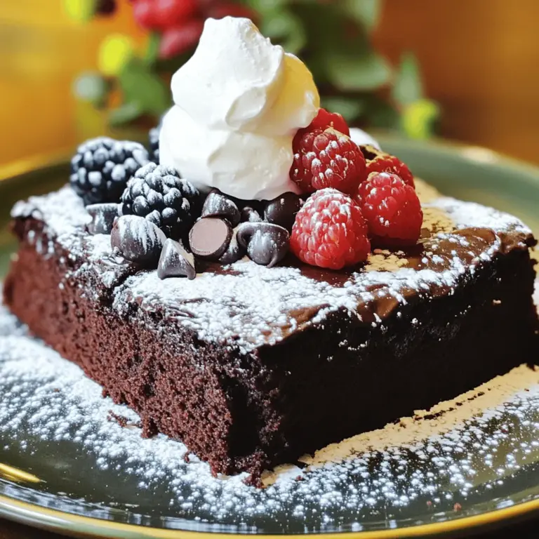 Für einen köstlichen veganen Schokoladenkuchen benötigst du einige Grundzutaten. Sie sind einfach zu finden und machen den Kuchen unwiderstehlich. Hier sind die Hauptzutaten: - 1 ½ Tassen Weizenmehl - 1 Tasse Kristallzucker - ½ Tasse ungesüßtes Kakaopulver - 1 Teelöffel Backpulver - ½ Teelöffel Salz - 1 Tasse ungesüßte Mandelmilch (oder andere pflanzliche Milch) - ⅓ Tasse Pflanzenöl (oder geschmolzenes Kokosöl) - 1 Esslöffel Apfelessig - 1 Teelöffel Vanilleextrakt - ½ Tasse vegane Schokoladenstückchen (optional) Diese Zutaten sorgen für eine reiche, schokoladige Textur und Geschmack. Falls du Allergien hast, gibt es einfache Alternativen. Hier sind einige Optionen, die du verwenden kannst: - Ersetze Weizenmehl durch glutenfreies Mehl, wie Mandel- oder Kokosmehl. - Nutze Kokosblütenzucker anstelle von Kristallzucker für einen niedrigeren glykämischen Index. - Ersetze Mandelmilch durch Hafermilch oder Sojamilch, wenn du Nüsse vermeidest. So kannst du sicherstellen, dass jeder den Kuchen genießen kann. Die Wahl der richtigen Zutaten macht einen großen Unterschied. Hier sind einige Tipps: - Verwende frische Zutaten. Sie sorgen für besseren Geschmack. - Achte auf hochwertige Schokolade. Sie erhöht den Genuss. - Kaufe biologische Produkte, wann immer es möglich ist. Sie sind oft gesünder und umweltfreundlicher. Mit diesen Tipps wählst du die besten Zutaten für deinen veganen Schokoladenkuchen. Du kannst das vollständige Rezept [hier finden](#). Um den veganen Schokoladenkuchen zu backen, brauchst du einige Dinge. Hier ist eine Liste der Materialien: - 23 cm runde Kuchenform - Backpapier oder Pflanzenfett - Große Rührschüssel - Kleine Schüssel - Spatel - Zahnstocher Stelle sicher, dass alle Zutaten bereitstehen, bevor du startest. Das macht das Backen einfacher und schneller. Jetzt geht es ans Eingemachte! Zuerst heize deinen Ofen auf 180°C vor. Fette die Kuchenform ein oder lege sie mit Backpapier aus. In einer großen Rührschüssel mische das Weizenmehl, den Zucker, das Kakaopulver, das Backpulver und das Salz. Rühre alles gut um, bis du eine gleichmäßige Mischung hast. In einer separaten Schüssel vermenge die Mandelmilch, das Pflanzenöl, den Apfelessig und den Vanilleextrakt. Mische diese feuchten Zutaten gut. Gieße die feuchten Zutaten in die große Schüssel mit den trockenen Zutaten. Rühre vorsichtig, bis alles gerade so verbunden ist. Ein paar Klumpen sind okay, also übermixe nicht! Wenn du magst, füge die veganen Schokoladenstückchen hinzu und hebe sie sanft unter. Das sorgt für extra Schokoladengeschmack. Gieße den Teig in die vorbereitete Form und glätte die Oberfläche mit einem Spatel. Jetzt backst du den Kuchen! Stelle die Form in den vorgeheizten Ofen. Backe den Kuchen für 30-35 Minuten. Überprüfe mit einem Zahnstocher, ob der Kuchen fertig ist. Der Zahnstocher sollte sauber herauskommen. Wenn der Kuchen fertig ist, lasse ihn etwa 10 Minuten in der Form abkühlen. Danach lege ihn auf ein Kuchengitter, damit er vollständig abkühlen kann. Jetzt ist dein veganer Schokoladenkuchen fast fertig! Folge dem [Full Recipe], um weitere Schritte und Tipps zu entdecken. Um die perfekte Konsistenz zu erreichen, ist es wichtig, die Zutaten gut zu mischen. Achte darauf, die trockenen und feuchten Zutaten separat zu vermengen, bevor du sie zusammenfügst. Das sorgt für eine gleichmäßige Textur. Vermeide es, den Teig zu übermixen. Ein paar Klumpen sind in Ordnung. Das hilft, einen flauschigen Kuchen zu erzielen. Ein häufiger Fehler ist, den Ofen nicht vorzuheizen. Ein kalter Ofen kann dazu führen, dass der Kuchen nicht richtig aufgeht. Stelle sicher, dass der Ofen auf 180°C vorgeheizt ist. Ein weiterer Fehler ist, den Kuchen zu lange zu backen. Überprüfe den Kuchen nach 30 Minuten mit einem Zahnstocher. Wenn er sauber herauskommt, ist er fertig. Die Dekoration macht den Kuchen besonders. Bestäube den abgekühlten Kuchen mit Puderzucker oder Kakaopulver. Das sieht gut aus und schmeckt lecker. Du kannst auch vegane Schlagcreme oder frische Beeren hinzufügen. Diese Toppings bringen Farbe und Frische auf den Tisch. Teilen Sie den Kuchen in gleichmäßige Stücke, um jeden gut zu bedienen. Für mehr Ideen schau dir das [Full Recipe] an. {{image_4}} Ein glutenfreier veganer Schokoladenkuchen ist einfach zu machen. Benutze statt Weizenmehl eine Mischung aus glutenfreien Mehlen. Reis-, Mandel- oder Buchweizenmehl sind gute Optionen. Achte darauf, auch glutenfreies Backpulver zu wählen. Der Geschmack bleibt lecker und schokoladig! Du kannst mit Aromen spielen! Füge einen Teelöffel Kaffee hinzu. Das hebt den Schokoladengeschmack hervor. Oder probiere Minze oder Orangenabrieb aus. Diese Aromen geben einen frischen Kick. Ein Hauch von Zimt kann auch nicht schaden. Es macht den Kuchen noch interessanter! Du kannst deinen Kuchen aufpeppen! Füge Nüsse oder getrocknete Früchte in den Teig. Walnüsse oder Mandeln sind köstlich. Für die Dekoration sind frische Beeren ideal. Sie bringen Farbe und einen fruchtigen Geschmack. Vegan Schlagcreme macht den Kuchen noch besser. Diese Tipps bringen Vielfalt in dein Backwerk! Für das vollständige Rezept schaue dir den Abschnitt „Veganer Schokoladenkuchen Lecker und Einfach Rezept“ an. Um deinen veganen Schokoladenkuchen frisch zu halten, achte auf die Lagerung. Lass den Kuchen zuerst vollständig abkühlen. Nach dem Abkühlen kannst du ihn in einen luftdichten Behälter legen. Alternativ wickelst du ihn in Frischhaltefolie. So bleibt der Geschmack und die Feuchtigkeit erhalten. Achte darauf, den Kuchen nicht direkt in die Sonne zu stellen. Um die Haltbarkeit deines Kuchens zu verlängern, halte ihn kühl und trocken. Lagere ihn am besten im Kühlschrank, wenn du ihn länger aufbewahren möchtest. Der Kühlschrank kann Feuchtigkeit entziehen, also stelle sicher, dass er gut verpackt ist. Du kannst auch den Kuchen in Scheiben schneiden, um die Portionierung zu erleichtern. Einfrieren ist eine tolle Option, um den Kuchen länger frisch zu halten. Schneide ihn in Stücke und lege sie in Gefrierbeutel. Vergiss nicht, das Datum darauf zu schreiben. So hast du immer ein Stück Schokoladengenuss zur Hand. Wenn du bereit bist, ihn zu genießen, lass ihn einfach im Kühlschrank auftauen oder bei Raumtemperatur. So bleibt der Geschmack wunderbar. Ja, dieser Kuchen hat einen tiefen, reichen Schokoladengeschmack. Die Kombination aus ungesüßtem Kakaopulver und veganen Schokoladenstückchen sorgt dafür, dass der Kuchen schokoladig ist. Das ist wichtig, denn niemand möchte einen schokoladenlosen Schokoladenkuchen. Der Geschmack bleibt auch nach dem Backen intensiv und lecker. Ja, du kannst Zutaten austauschen. Zum Beispiel kannst du Weizenmehl durch Mandelmehl ersetzen, um den Kuchen glutenfrei zu machen. Wenn du keine Mandelmilch hast, nimm einfach eine andere pflanzliche Milch. Das Pflanzenöl kann auch durch Kokosöl ersetzt werden. Sei kreativ und passe das Rezept deinen Vorlieben an. Der Kuchen bleibt frisch, wenn du ihn richtig lagerst. Er hält sich bei Raumtemperatur etwa 2-3 Tage. Wenn du ihn im Kühlschrank aufbewahrst, bleibt er bis zu einer Woche gut. Für längere Lagerung kannst du den Kuchen einfrieren. Achte darauf, ihn gut einzupacken, um Gefrierbrand zu vermeiden. So kannst du ihn später genießen! Dieser Blogbeitrag hat dir gezeigt, wie du einen leckeren veganen Schokoladenkuchen backen kannst. Wir haben die Hauptzutaten, alternative Zutaten und wichtige Tipps behandelt. Jede Phase, von der Zubereitung bis zur Aufbewahrung, ist einfach und klar erklärt. Denke daran, dass du mit dem Rezept kreativ sein kannst. Variationen erlauben dir, neue Geschmäcker zu entdecken. Jetzt bist du bereit, deinen eigenen Kuchen zu backen und zu genießen. Viel Spaß dabei!