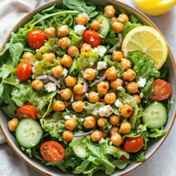 Kichererbsen und deren Vorbereitung Für diesen Salat verwende ich eine Dose Kichererbsen. Das macht es einfach. Du musst sie zuerst abtropfen und gut abspülen. So entfernst du die Konservierungsstoffe. Dann tupfe die Kichererbsen mit einem Küchentuch trocken. Dies hilft, sie knusprig zu machen. Salatblätter und Gemüse Ich mag gemischte Salatblätter wie Römersalat, Spinat und Rucola. Sie geben dem Salat frische Farbe und Textur. Kirschtomaten sind ebenfalls wichtig. Halbiere sie für mehr Geschmack. Eine gewürfelte Gurke sorgt für einen knackigen Biss. Eine dünn geschnittene rote Zwiebel bringt einen süßen, scharfen Kontrast. Optionale Zutaten wie Feta-Käse und Dressing Feta-Käse ist eine tolle Ergänzung, wenn du ihn magst. Er fügt einen salzigen Geschmack hinzu. Für das Dressing empfehle ich Tahini. Du kannst es kaufen oder selbst machen. Ein Spritzer frischer Zitronensaft ist auch eine gute Idee. Für die vollständige Liste der Zutaten, schau dir das Rezept an: [Full Recipe]. Um die Kichererbsen knusprig zu machen, beginne mit dem Trocknen. Lege die abgetropften Kichererbsen auf ein sauberes Küchentuch. Tupfe sie gut trocken. Das hilft, die Feuchtigkeit zu entfernen. So werden sie im Ofen schön knusprig. Für das Würzen mische die Kichererbsen mit Olivenöl, geräucherter Paprika, Knoblauchpulver und Kreuzkümmel. Verwende auch Salz und Pfeffer nach Geschmack. Diese Gewürze geben den Kichererbsen einen tollen Geschmack. Backe die Kichererbsen bei 200 °C. Lege sie auf ein Backblech mit Backpapier. Achte darauf, dass sie in einer einzigen Schicht liegen. Backe sie für 25 bis 30 Minuten. Schüttle das Blech einmal, damit sie gleichmäßig garen. Wenn sie goldbraun sind, sind sie fertig. Jetzt ist es Zeit, den Salat zu machen. Nimm eine große Schüssel und mische die Salatblätter, Kirschtomaten, Gurke und rote Zwiebel. Diese frischen Zutaten machen den Salat lecker und bunt. Wenn die Kichererbsen fertig sind, lasse sie kurz abkühlen. Danach fügen wir sie zum Salat hinzu. Das gibt dem Salat einen schönen Crunch. Träufle das Tahini-Dressing über den Salat. Mische alles vorsichtig, damit die Kichererbsen nicht zerdrückt werden. Wenn du magst, streue den Feta-Käse und die frische Petersilie darüber. So sieht der Salat noch schöner aus. Für das gesamte Rezept, schau dir den Knisprigen Kichererbsensalat an. Um perfekte Kichererbsen zu backen, muss man einige Fehler vermeiden. Zuerst sollten die Kichererbsen gut abgetropft und trocken sein. Feuchtigkeit macht sie weich. Tupfen Sie sie mit einem Küchentuch ab, um die Haut zu entfernen. Das hilft, sie knusprig zu halten. Eine gleichmäßige Schicht auf dem Blech ist wichtig. Schütteln Sie das Blech während des Backens, um eine gleichmäßige Bräunung zu erreichen. Für zusätzlichen Geschmack können Sie verschiedene Gewürze verwenden. Neben geräucherter Paprika sind Kreuzkümmel und Knoblauchpulver großartig. Sie können auch Chili-Pulver für etwas Schärfe oder italienische Kräuter für einen anderen Geschmack hinzufügen. Experimentieren Sie und finden Sie Ihre Lieblingskombination. Für mehr Vielfalt können Sie den Salat mit anderen Gemüse- und Obstsorten anpassen. Paprika, Karotten oder Avocado passen gut dazu. Frische Früchte wie Äpfel oder Orangen bringen eine süße Note. Diese Kombinationen machen den Salat bunt und nahrhaft. Dressing-Variationen können den Geschmack ebenfalls verändern. Ein einfaches Zitronen-Olivenöl-Dressing ist leicht und frisch. Für eine cremige Note probieren Sie Joghurt oder Avocado-Dressing. Diese Dressings sind einfach zuzubereiten und passen gut zu vielen Zutaten. Für vegane und glutenfreie Optionen verwenden Sie einfach Pflanzenöl und glutenfreies Brot. So bleibt der Salat für alle geeignet. Jeder kann diesen knusprigen Kichererbsensalat genießen. {{image_4}} Im Sommer ist dieser Salat frisch und leicht. Ich benutze gerne saftige Tomaten und knackige Gurken. Diese Zutaten machen den Salat kühl und erfrischend. Fügen Sie auch frische Kräuter wie Basilikum oder Minze hinzu. Diese Kräuter bringen einen tollen Geschmack. Im Winter wechsle ich zu robusteren Gemüsesorten. Rote Beete oder Karotten sind perfekt. Sie geben dem Salat Farbe und Süße. Auch gerösteter Kürbis ist eine tolle Ergänzung. Diese Gemüsesorten machen den Salat sättigender und warm. Um den Salat noch nahrhafter zu machen, füge ich proteinreiche Zutaten hinzu. Gekochte Quinoa oder Linsen sind super Optionen. Diese Zutaten passen gut zu den Kichererbsen und machen den Salat vollwertiger. Für vegane Proteinquellen sind Tofu oder Tempeh ideal. Diese können leicht gewürzt und knusprig gebraten werden. So fügen Sie mehr Geschmack und Textur hinzu. Eine weitere Möglichkeit sind Nüsse oder Samen wie Sonnenblumenkerne. Diese geben einen tollen Crunch und sind sehr gesund. Diese Variationen sorgen dafür, dass der Kichererbsensalat nie langweilig wird. Jedes Mal kann man etwas Neues ausprobieren. Für das vollständige Rezept schauen Sie sich den Knisprigen Kichererbsensalat an. Um den Kichererbsensalat frisch zu halten, lagere ihn im Kühlschrank. Verwende einen luftdichten Behälter. So bleibt der Salat knackig und lecker. Achte darauf, die Kichererbsen separat zu halten, wenn du sie für eine längere Zeit aufbewahrst. Der Salat bleibt etwa drei Tage frisch. Die Kichererbsen verlieren nach ein paar Tagen etwas von ihrer Knusprigkeit. Das ist normal. Um die Frische zu bewahren, esse den Salat am besten innerhalb von zwei Tagen. Wenn du Reste hast, stelle sicher, dass sie gut verpackt sind. So vermeidest du, dass der Salat matschig wird. Wenn du Reste hast, kannst du kreativ werden. Zum Beispiel, verwandle den Salat in eine Wrap-Füllung. Nimm ein Tortilla und fülle sie mit dem Salat. Das ist lecker und macht satt. Eine andere Idee ist, den Salat in eine Quiche zu geben. Du kannst die Kichererbsen auch in einer Suppe verwenden. Füge sie einfach zu einer Gemüsebrühe hinzu. Eine weitere Möglichkeit ist, die Kichererbsen über Pasta zu streuen. Das gibt eine schöne Textur und einen tollen Geschmack. So hast du viele leckere Optionen mit deinen Resten! Um Kichererbsen knusprig zu machen, gibt es einige einfache Methoden. - Trocknen: Tupfe die Kichererbsen nach dem Abtropfen gut trocken. Feuchtigkeit macht sie weich. - Öl verwenden: Mische sie mit etwas Olivenöl und Gewürzen. Das Öl hilft bei der Knusprigkeit. - Hohe Temperatur: Backe sie bei 200 °C (400 °F). Hohe Hitze sorgt für eine gute Röstung. - Einzelne Schicht: Lege die Kichererbsen auf ein Blech in einer einzigen Schicht. So werden sie gleichmäßig knusprig. Diese Schritte machen deine Kichererbsen lecker und knusprig. Ja, du kannst den Salat im Voraus zubereiten, aber mit einigen Tipps. - Kichererbsen: Bereite sie am selben Tag zu, damit sie frisch und knusprig bleiben. - Gemüse: Wasche und schneide das Gemüse im Voraus. Lagere es in einem luftdichten Behälter. - Dressing: Mache das Dressing separat. So bleibt der Salat frisch und nicht matschig. Wenn du alles so aufbewahrst, ist der Salat am nächsten Tag noch lecker. Zu diesem Salat passen viele Dressings gut. Hier sind ein paar beliebte Ideen: - Tahini-Dressing: Cremig und nussig, perfekt für Kichererbsen. - Zitronen-Vinaigrette: Frisch und leicht, gibt dem Salat einen tollen Kick. - Joghurt-Dressing: Macht den Salat schön cremig und lecker. Du kannst diese Dressings selbst machen oder fertig kaufen. Sie passen toll zu deinem knusprigen Kichererbsensalat. Wenn du mehr über Dressings erfahren möchtest, schau dir die Rezepte in der Full Recipe an! In diesem Artikel habe ich die wichtigsten Zutaten für einen leckeren Kichererbsensalat erklärt. Du hast gelernt, wie du Kichererbsen vorbereitest und den Salat zubereitest. Ich habe dir Tipps gegeben, um die perfekten Kichererbsen zu backen und wie du den Salat anpassen kannst. Denk daran, mit verschiedenen Gemüsen und Dressings zu experimentieren. So bleibt dein Gericht frisch und spannend. Probiere die Ideen aus und mache deinen Salat zum Star. Viel Spaß beim Kochen und genießen!