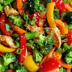 Für dieses leckere Gericht benötigen Sie: - 500g Hähnchenbrustfilet, dünn aufgeschnitten - 2 Esslöffel frischer Ingwer, fein gehackt - 4 Knoblauchzehen, fein gehackt - 1 rote Paprika, in Streifen geschnitten - 1 gelbe Paprika, in Streifen geschnitten - 1 Tasse Brokkoliröschen - 2 Karotten, in feine Streifen geschnitten (Julienne) Diese Zutaten bringen den tollen Geschmack in Ihr Stir-Fry. Das Hähnchen bietet eine gute Proteinquelle, während das Gemüse viele Vitamine liefert. Für den perfekten Geschmack verwenden wir: - 3 Esslöffel Sojasauce - 2 Esslöffel Sesamöl - 1 Esslöffel Maisstärke - Salz und Pfeffer nach Geschmack Die Sojasauce gibt dem Gericht Tiefe. Sesamöl bringt ein nussiges Aroma. Falls Sie etwas anderes probieren möchten, gibt es viele Optionen. - Statt Hähnchen können Sie Tofu verwenden. - Gemüse wie Zucchini oder Erbsen sind tolle Ergänzungen. - Verwenden Sie Kokosöl, wenn Sie keinen Sesam mögen. Diese Alternativen helfen, das Gericht anzupassen. Für die vollständige Rezeptanleitung schauen Sie sich das Full Recipe an. Beginne mit der Vorbereitung des Hähnchens. Nimm 500g Hähnchenbrustfilet und schneide es in dünne Scheiben. Das Hähnchen sollte gleichmäßig geschnitten sein, damit es gut kocht. In einer mittelgroßen Schüssel vermenge das geschnittene Hähnchen mit 3 Esslöffeln Sojasauce, 2 Esslöffeln frischem Ingwer und 4 gehackten Knoblauchzehen. Füge 1 Esslöffel Maisstärke sowie Salz und Pfeffer nach Geschmack hinzu. Lass das Hähnchen 15 Minuten marinieren. So ziehen die Aromen ein und das Fleisch wird zart. Jetzt ist es Zeit für das Gemüse. Schneide 1 rote und 1 gelbe Paprika in Streifen. Nimm 2 Karotten und schneide sie in feine Streifen, auch bekannt als Julienne. Bereite 1 Tasse Brokkoliröschen vor. Stelle sicher, dass das Gemüse frisch ist, damit es knackig bleibt. Das Gemüseschnitt sorgt für eine bunte und gesunde Note in deinem Gericht. Erhitze 1 Esslöffel Sesamöl in einem Wok oder einer großen Pfanne bei mittlerer bis hoher Hitze. Wenn das Öl heiß ist, gib das marinierte Hähnchen in die Pfanne. Brate es 5-7 Minuten lang, bis es durchgegart ist und nicht mehr rosa aussieht. Nimm das Hähnchen aus der Pfanne und lege es beiseite. Füge jetzt das restliche Sesamöl hinzu und brate die geschnittenen Karotten für etwa 2 Minuten. Danach kommen die Brokkoliröschen und Paprikastreifen dazu. Brate alles für 4-5 Minuten, bis das Gemüse zart und knackig ist. Gib das Hähnchen zurück in die Pfanne und vermenge alles gut für weitere 2-3 Minuten. Das Gericht ist nun bereit. Garniere es mit Frühlingszwiebeln und Sesamkörnern. So wird das Essen schön und lecker. Diese einfache Schritt-für-Schritt-Anleitung hilft dir, das Rezept schnell und einfach zuzubereiten. Du kannst die vollständige Anleitung im Full Recipe finden. Die Marinade ist wichtig für den Geschmack. Mische das Hähnchen mit Sojasauce, Ingwer, und Knoblauch. Lass das Hähnchen mindestens 15 Minuten marinieren. So zieht der Geschmack gut ein. Du kannst das Hähnchen auch länger marinieren, wenn du mehr Zeit hast. Das macht das Fleisch noch zarter. Gemüse braucht etwas weniger Zeit als das Hähnchen. Brate die Karotten zuerst, da sie härter sind. Nach zwei Minuten kannst du Brokkoli und Paprika hinzufügen. Brate das Gemüse, bis es weich, aber noch knackig ist. So bleibt die Farbe schön und der Geschmack frisch. Achte darauf, das Gemüse nicht zu lange zu garen, um die Nährstoffe zu erhalten. Um das Gericht aromatisch zu halten, verwende frische Zutaten. Frischer Ingwer und Knoblauch geben viel Geschmack. Achte darauf, die Hitze nicht zu hoch zu stellen. So verbrennen die Aromen nicht. Füge die Marinade am Ende hinzu, um die Aromen zu verstärken. Rühre alles gut um, sodass die Aromen sich vermischen. So bleibt dein Ginger Garlic Chicken Stir-Fry lecker und intensiv. Für das vollständige Rezept schaue dir den Abschnitt "Full Recipe" an. {{image_4}} Wenn du eine vegetarische Variante magst, ersetze das Hähnchen durch Tofu oder Tempeh. Schneide den Tofu in kleine Würfel und mariniere ihn wie im Originalrezept. Brate den Tofu dann knusprig an, bevor du das Gemüse hinzufügst. Das gibt dir einen tollen Geschmack und eine gute Textur. Du kannst auch andere Proteine verwenden. Garnelen sind eine leckere Option. Sie brauchen weniger Zeit zum Kochen. Einfach die Garnelen in die Pfanne geben, sobald das Gemüse fast fertig ist. Auch Rindfleischstreifen oder Hähnchenbrust können gut harmonieren. Achte nur darauf, dass du die Garzeit anpasst. Experimentiere mit verschiedenen Gemüsesorten! Zucchini, Zuckerschoten oder Pak Choi bringen neue Aromen. Du kannst auch gefrorenes Gemüse verwenden, wenn du etwas Zeit sparen möchtest. Mixe und kombiniere nach Lust und Laune, um immer wieder neue Geschmäcker zu entdecken. Für das vollständige Rezept findest du den [Full Recipe]. Um dein Ginger Garlic Chicken Stir-Fry frisch zu halten, bewahre es in einem luftdichten Behälter auf. Das Gericht bleibt so bis zu drei Tage im Kühlschrank genießbar. Achte darauf, dass das Gericht vollständig abgekühlt ist, bevor du es in den Kühlschrank stellst. Dadurch verhinderst du Kondenswasser, das die Qualität beeinträchtigen kann. Du kannst dein Ginger Garlic Chicken Stir-Fry auch einfrieren. Teile das Gericht in Portionen auf und lege sie in gefriergeeignete Beutel. Achte darauf, die Luft herauszudrücken, um Gefrierbrand zu vermeiden. Im Gefrierschrank hält es bis zu drei Monate. Wenn du es verwenden möchtest, lege die Portion einfach über Nacht in den Kühlschrank, um es sicher aufzutauen. Um das Gericht wieder aufzuwärmen, benutze eine Pfanne oder die Mikrowelle. In der Pfanne erhitze das Gericht bei mittlerer Hitze, bis es ganz warm ist. In der Mikrowelle erwärmst du es in kurzen Intervallen von 1-2 Minuten. Rühre das Gericht zwischendurch um, damit es gleichmäßig warm wird. So bleibt der Geschmack frisch und lecker. Diese Tipps helfen dir, dein Ginger Garlic Chicken Stir-Fry auch später zu genießen. Für das vollständige Rezept, schau dir die [Full Recipe] an. Du kannst Ginger Garlic Chicken Stir-Fry bis zu drei Tage im Kühlschrank aufbewahren. Achte darauf, das Gericht in einem luftdichten Behälter zu lagern. Wenn du es länger aufbewahren möchtest, friere es in einem geeigneten Behälter ein. So bleibt der Geschmack frisch und lecker. Ja, du kannst das Rezept ganz nach deinem Geschmack anpassen. Möchtest du mehr Gemüse? Füge Zucchini oder Pilze hinzu. Du kannst auch andere Proteine wie Tofu oder Garnelen verwenden. Experimentiere mit verschiedenen Saucen wie Teriyaki oder süßer Sojasauce. Das macht das Gericht spannend und neu! Typisch servierst du dazu Reis oder Nudeln. Beides nimmt die köstliche Sauce gut auf. Du kannst auch einen frischen Salat als Beilage offerieren, um einen schönen Kontrast zu bieten. Für einen zusätzlichen Crunch sind geröstete Nüsse oder Sesamkörner ideal. Probiere diese Kombinationen aus dem [Full Recipe] und finde deinen Favoriten! Zusammenfassend haben wir die Schlüsselzutaten für Ginger Garlic Chicken Stir-Fry durchlaufen und Schritt-für-Schritt erklärt, wie man es zubereitet. Ich habe Tipps gegeben, um das Gericht schmackhaft zu halten, und Variationen besprochen, um Abwechslung in Ihre Küche zu bringen. Achten Sie auf die richtige Lagerung, um die Frische zu erhalten. Experimentieren Sie mit verschiedenen Zutaten, um Ihr perfektes Gericht zu finden. Kochen soll Spaß machen und lecker sein!