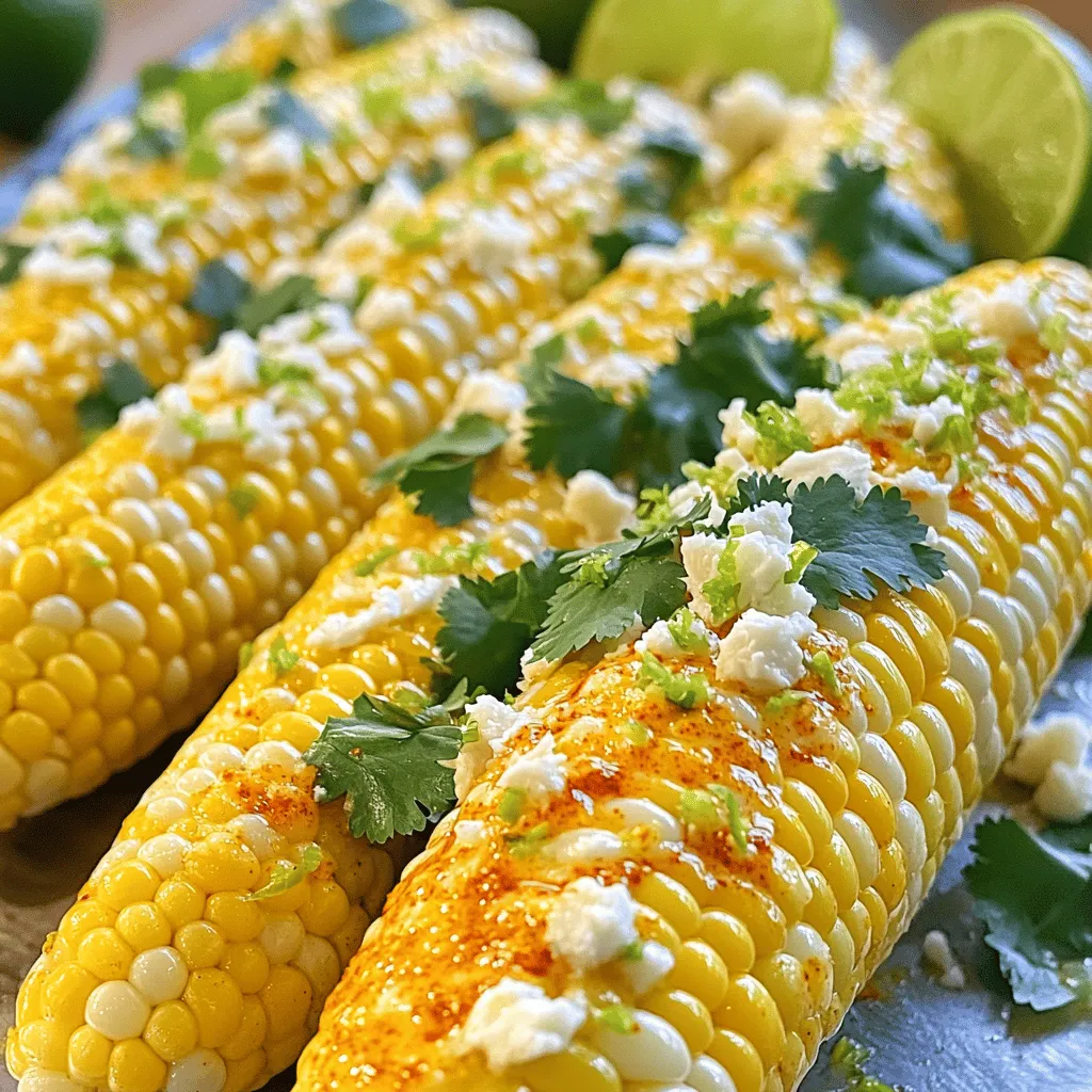 Für dieses Rezept benötigst du einige Hauptzutaten. Hier sind sie: - 4 frische Maiskolben, geschält - 120 ml ungesalzene Butter, geschmolzen - 2 Esslöffel Chilipulver - 1 Teelöffel geräuchertes Paprikapulver - 1 Limette, abgerieben und ausgepresst - 1 Teelöffel Knoblauchpulver - 1 Teelöffel Salz - 1/2 Teelöffel schwarzer Pfeffer - 60 g Cotija-Käse, zerbröselt (optional) - Frische Korianderblätter zur Garnitur Diese Zutaten geben deinem Maiskolben den perfekten würzigen Kick. Sie sind einfach zu finden und machen jeden Biss lecker. Du kannst einige optionale Zutaten hinzufügen, um den Geschmack zu variieren. Zum Beispiel: - Limettenscheiben als Garnitur - Chili-Flocken für extra Schärfe - Avocado für eine cremige Note Diese Zusätze können dein Gericht noch spannender machen. Experimentiere ruhig damit! Frischer Mais ist der Schlüssel zu diesem Rezept. Hier sind einige Tipps, um den besten Mais zu wählen: - Achte auf die Blätter: Sie sollten grün und fest sein. - Der Mais sollte prall und gut gefüllt sein. - Du kannst die Körner leicht drücken. Wenn sie saftig sind, ist der Mais frisch. Frischer Mais bringt den besten Geschmack in dein Gericht. So wird dein Chili Lime Corn on the Cob noch besser! Zuerst bringe ich einen großen Topf mit gesalzenem Wasser zum Kochen. Es ist wichtig, dass das Wasser sprudelnd kocht, wenn wir den Mais hinzufügen. Ich nehme 4 frische Maiskolben und schäle sie. Die gekochten Kolben sind zart und süß. Ich lasse den Mais für etwa 8 bis 10 Minuten kochen. Dabei sollte ich darauf achten, dass er nicht zu weich wird. Nach dem Kochen nehme ich die Kolben aus dem Wasser und lasse sie kurz abkühlen. Während der Mais kocht, bereite ich die Chili-Limetten-Butter zu. In einer mittelgroßen Schüssel vermenge ich 120 ml geschmolzene Butter mit 2 Esslöffeln Chilipulver und 1 Teelöffel geräuchertem Paprikapulver. Dann füge ich die abgeriebene Schale und den Saft von einer Limette hinzu. Außerdem gebe ich 1 Teelöffel Knoblauchpulver, 1 Teelöffel Salz und 1/2 Teelöffel schwarzen Pfeffer dazu. Ich rühre alles gut um. Das Ergebnis ist eine würzige und aromatische Butter, die perfekt zum Mais passt. Nachdem der Mais abgekühlt ist, nehme ich einen Pinsel oder einen Löffel. Ich trage die Chili-Limetten-Butter großzügig auf die Kolben auf. Es ist wichtig, dass alle Seiten gut bedeckt sind. Wenn ich möchte, streue ich zerbröselten Cotija-Käse darüber für einen zusätzlichen Geschmack. Zum Schluss garniere ich die Kolben mit frisch gehacktem Koriander. Das sieht nicht nur gut aus, sondern schmeckt auch frisch und lecker. Ich serviere die Kolben sofort und genieße das Geschmackserlebnis! Für das vollständige Rezept schaue dir die [Full Recipe] an. Um den perfekten Mais zu kochen, beginne mit frischen Kolben. Lege sie in einen großen Topf mit gesalzenem Wasser. Bring das Wasser zum Kochen und füge die Kolben hinzu. Koche den Mais für 8 bis 10 Minuten. So bleibt er zart und lecker. Probiere es aus! Du kannst viele Gewürze verwenden, um den Geschmack zu variieren. Chilipulver gibt Schärfe. Geräuchertes Paprikapulver fügt Tiefe hinzu. Knoblauchpulver bringt einen herzhaften Geschmack. Experimentiere mit anderen Gewürzen wie Kreuzkümmel oder Oregano. Grillen ist eine tolle Methode für Maiskolben. Heize den Grill auf mittlere Hitze vor. Wickele die Kolben in Aluminiumfolie oder lege sie direkt auf den Grill. Drehe sie alle paar Minuten, bis sie schön gebräunt sind. Das gibt einen tollen rauchigen Geschmack. Für die vollständige Anleitung und die genauen Schritte, schau dir das Full Recipe an. {{image_4}} Für eine vegane Version brauchst du keine Butter. Stattdessen verwende Kokosnussöl oder Olivenöl. Diese Öle geben dem Mais einen tollen Geschmack. Mische das Öl mit Chilipulver und Limettensaft. Du kannst auch ein paar Tropfen Agavendicksaft hinzufügen, um die Süße zu erhöhen. Diese Mischung wird den Mais köstlich machen und bleibt vegan. Käse bringt noch mehr Geschmack! Cotija ist eine gute Wahl, aber du kannst auch Feta oder Parmesan verwenden. Jeder Käse hat einen eigenen Geschmack und macht das Gericht einzigartig. Zerbrich den Käse und streue ihn über den heißen Mais. Der Käse schmilzt leicht und verbindet sich so gut mit der Chili-Limetten-Butter. Zusätzlich zu Koriander kannst du auch Petersilie oder Basilikum verwenden. Diese Kräuter geben dem Mais eine frische Note. Experimentiere mit verschiedenen Gewürzen wie Kreuzkümmel oder Cayennepfeffer. Diese bringen mehr Tiefe und Wärme in das Gericht. Wenn du etwas Neues suchst, probiere auch geräucherten Knoblauchpulver. Das gibt dem Gericht ein rauchiges Aroma. Für das volle Rezept, schau dir die vollständige Anleitung an. Wenn du nach einem Grillabend Reste hast, bewahre sie gut auf. Wickele den kalten Mais in Frischhaltefolie oder lege ihn in einen luftdichten Behälter. So bleibt er frisch. Du kannst den Mais bis zu drei Tage im Kühlschrank aufbewahren. Stelle sicher, dass er gut verpackt ist, damit er nicht austrocknet. Um den Mais wieder warm zu machen, gibt es verschiedene einfache Wege. Du kannst ihn in der Mikrowelle aufwärmen. Lege ihn dafür auf einen Teller und decke ihn mit einem feuchten Küchentuch ab. Erwärme ihn in kurzen Intervallen von 30 Sekunden, bis er heiß ist. Eine andere Methode ist das Aufwärmen in einer Pfanne. Erhitze etwas Butter oder Öl und lege den Mais hinein. Wende ihn nach ein paar Minuten, bis er gleichmäßig warm ist. Diese Methode gibt dem Mais eine schöne, leichte Röstnote. Wenn du noch mehr Reste hast, friere sie ein. Zuerst solltest du den Mais vollständig abkühlen lassen. Wickele jeden Kolben in Folie oder lege ihn in einen Gefrierbeutel. So bleibt der Geschmack erhalten. Der Mais kann bis zu drei Monate im Gefrierfach bleiben. Wenn du bereit bist, ihn zu essen, taue ihn über Nacht im Kühlschrank auf. Danach kannst du ihn nach Wunsch aufwärmen. So hast du immer einen leckeren Snack zur Hand. Für das vollständige Rezept schau dir die Full Recipe an. Das Kochen von Maiskolben dauert etwa 8 bis 10 Minuten. Du solltest einen großen Topf mit gesalzenem Wasser zum Kochen bringen. Füge die geschälten Maiskolben hinzu und achte darauf, dass das Wasser sprudelnd bleibt. Nach der Kochzeit sind die Kolben zart und bereit zum Genießen. Ja, frischer Limettensaft ist eine tolle Wahl. Er bringt einen frischen und lebendigen Geschmack. Du kannst die Limette einfach halbieren und den Saft direkt über den Maispressen. Das gibt die perfekte saure Note zu deinem Chili Lime Corn on the Cob. Vergiss nicht, auch den Abrieb der Schale zu verwenden. So erhältst du noch mehr Aroma! Zu Chili Lime Corn on the Cob passen viele Beilagen. Hier sind einige Vorschläge: - Gegrilltes Hähnchen - Fisch-Tacos - Salate mit frischen Zutaten - Guacamole und Tortilla-Chips Diese Beilagen ergänzen den Geschmack des Maiskolbens gut. Sie machen dein Essen noch bunter und schmackhafter! Wenn du mehr Rezepte suchst, schau dir das Full Recipe an. Chili Lime Corn on the Cob bringt frischen Geschmack und einfache Schritte in deine Küche. Wir haben die besten Zutaten und Tipps geteilt, um das beste Gericht zu zaubern. Du kannst das Rezept nach Belieben anpassen. Denk auch daran, wie du übrig gebliebenen Mais lagerst. So bleibt er frisch und lecker. Egal, ob du nach einer veganen Variante suchst oder neue Grillmethoden ausprobieren willst, dieses Rezept ist für jeden etwas. Probiere es aus, und genieße den tollen Geschmack!
