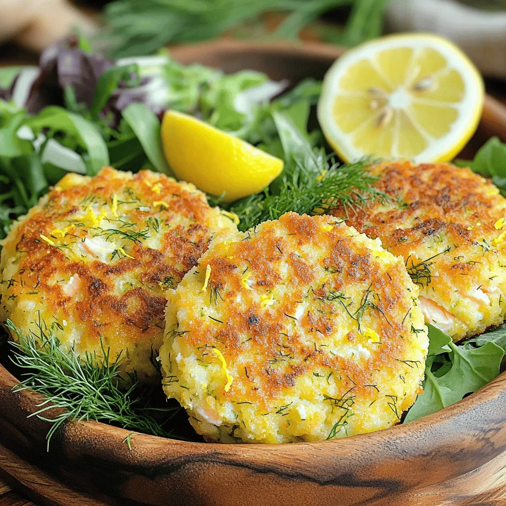 Für die Zubereitung der Zitronen-Dill-Lachsbratlinge benötigst du folgende Zutaten: - 450 g gekochter Lachs, zerpflückt - 120 g Semmelbrösel - 2 Esslöffel frischer Dill, gehackt - 1 Esslöffel Zitronenschale, gerieben - 2 Esslöffel frischer Zitronensaft - 60 g Frühlingszwiebeln, fein gehackt - 1 Ei, verquirlt - 1/4 Teelöffel Knoblauchpulver - Salz und Pfeffer nach Geschmack - 2 Esslöffel Olivenöl (zum Braten) Frische Zutaten machen einen großen Unterschied. Sie bringen mehr Geschmack und Nährstoffe. Frischer Lachs hat eine zarte Textur und einen feinen Geschmack. Eingekochter Lachs kann oft trocken und weniger schmackhaft sein. Verwende frische Kräuter wie Dill für einen helleren, lebhafteren Geschmack. Das macht deine Lachsbratlinge noch besser. Wähle immer hochwertigen Lachs. Achte auf die Farbe: Sie sollte leuchtend und gleichmäßig sein. Der Geruch sollte frisch und leicht nach Meer riechen. Kaufe, wenn möglich, Wildlachs. Er hat mehr Geschmack und ist gesünder. Wenn du gefrorenen Lachs kaufst, achte darauf, dass er gut verpackt ist und keine Frostflecken hat. So erhältst du die besten Ergebnisse bei deinen Lachsbratlingen. Zuerst bereite ich alle Zutaten vor. Ich nehme 450 g gekochten Lachs und zerpflücke ihn. Dann wiege ich 120 g Semmelbrösel ab. Ich hacke 2 Esslöffel frischen Dill und reibe 1 Esslöffel Zitronenschale. Jetzt presse ich 2 Esslöffel frischen Zitronensaft aus. Schließlich schneide ich 60 g Frühlingszwiebeln fein. In einer großen Schüssel vermenge ich den zerzupften Lachs mit den Semmelbröseln, dem Dill, der Zitronenschale und den Frühlingszwiebeln. Ich nehme eine kleinere Schüssel und verquirle 1 Ei. Dann füge ich den Zitronensaft, das Knoblauchpulver, Salz und Pfeffer hinzu. Die Ei-Mischung gieße ich in die Lachs-Mischung und rühre alles gut um. Jetzt forme ich aus der Mischung 8 gleich große Bratlinge, die etwa 1,5 cm dick sind. Diese lege ich auf ein mit Backpapier ausgelegtes Blech. In einer Pfanne erhitze ich 2 Esslöffel Olivenöl bei mittlerer Hitze. Wenn das Öl heiß ist, lege ich vorsichtig die Lachsbratlinge in die Pfanne. Ich brate sie 4-5 Minuten von jeder Seite, bis sie goldbraun und knusprig sind. Nach dem Braten lasse ich die Bratlinge auf Küchenpapier abtropfen. Ich empfehle, die Lachsbratlinge auf einem Bett aus gemischtem grünem Salat zu servieren. Ein Zitronenschnitz und frischer Dill machen die Präsentation perfekt. Für das vollständige Rezept schaue dir die Anleitung an. Ein häufiger Fehler ist, den Lachs zu grob zu zerkleinern. Zerkleinern Sie ihn gut, um eine gleichmäßige Mischung zu erreichen. Achten Sie darauf, die Semmelbrösel nicht zu viel zu verwenden. Zu viele Brösel machen die Bratlinge trocken. Ein weiterer Fehler kann beim Braten auftreten. Wenn das Öl nicht heiß genug ist, saugen die Bratlinge zu viel Öl auf. Testen Sie das Öl, indem Sie einen kleinen Klecks der Mischung hineingeben. Wenn es sofort brutzelt, ist es bereit. Die ideale Textur ist außen knusprig und innen zart. Formen Sie die Bratlinge gleichmäßig. So garen sie gleichmäßig und haben die perfekte Bissfestigkeit. Verwenden Sie frischen Dill und Zitronenschale für den besten Geschmack. Sie bringen Frische und einen tollen Duft in die Bratlinge. Seien Sie beim Würzen nicht zu sparsam. Salz und Pfeffer sind wichtig für den richtigen Geschmack. Für eine schöne Präsentation legen Sie die Bratlinge auf einen Teller mit frischem Salat. Garnieren Sie sie mit Zitronenschnitzen und Dill. Das macht das Gericht nicht nur lecker, sondern auch ansprechend. Servieren Sie die Lachsbratlinge warm. Sie sind perfekt für ein schnelles Mittagessen oder ein Abendessen mit Freunden. Möchten Sie mehr über die Zubereitung erfahren? Schauen Sie sich das Full Recipe an! {{image_4}} Du kannst die Lachsbratlinge mit anderen Kräutern und Gewürzen aufpeppen. Basilikum oder Petersilie geben einen frischen Geschmack. Dill bleibt ein Favorit, aber probiere auch Estragon oder Thymian. Für einen Hauch von Wärme füge etwas Paprika oder Cayennepfeffer hinzu. Denke daran, die Menge anzupassen, um den richtigen Geschmack zu finden. Passend zu den Lachsbratlingen sind verschiedene Beilagen und Dips. Ein einfacher Joghurt-Dip mit frischem Dill und Zitronensaft ist leicht und lecker. Eine Gurkensalat mit einem Spritzer Essig ergänzt die Bratlinge toll. Auch ein einfacher grüner Salat bringt Frische auf den Tisch. Wenn du etwas Herzhaftes willst, serviere die Bratlinge mit Kartoffelpüree oder Reis. Für glutenfreie Lachsbratlinge kannst du glutenfreie Semmelbrösel verwenden. Diese gibt es in vielen Geschäften. Wenn du den Proteinanteil erhöhen möchtest, füge Quark oder Kichererbsenmehl hinzu. Diese Zutaten machen die Bratlinge noch nahrhafter und halten sie saftig. So hast du eine leckere und gesunde Option. Wenn du die genauen Mengen und Schritte wissen willst, schau dir das Full Recipe an. Wenn du Lachsbratlinge übrig hast, lagere sie richtig, damit sie frisch bleiben. Lass die Bratlinge zuerst auf einem Küchentuch abkühlen. Danach packe sie in einen luftdichten Behälter. So bleiben sie knusprig und lecker. Du kannst sie auch mit etwas Backpapier trennen, um ein Zusammenkleben zu verhindern. Die Lachsbratlinge halten sich im Kühlschrank etwa 2 bis 3 Tage. Wenn du sie länger aufbewahren möchtest, friere sie ein. Dazu lege die Bratlinge auf ein Backblech und friere sie 1 Stunde lang ein. Danach kannst du sie in einen Gefrierbeutel umfüllen. Im Gefrierschrank bleiben sie bis zu 3 Monate frisch. Denke daran, das Datum auf den Beutel zu schreiben. Um die Bratlinge wieder warm zu machen, nutze eine Pfanne oder den Ofen. In der Pfanne erhitze etwas Öl bei mittlerer Hitze. Lege die Bratlinge hinein und brate sie 3-4 Minuten auf jeder Seite. Im Ofen lege sie auf ein Backblech bei 180 Grad Celsius. Erwärme sie für 10 bis 15 Minuten. So bleiben sie knusprig und lecker. Vermeide die Mikrowelle, denn sie machen die Bratlinge weich. Für die besten Ergebnisse nutze die Tipps aus dem [Full Recipe]. Lachsbratlinge bleiben im Kühlschrank etwa 2 bis 3 Tage frisch. Lagern Sie sie in einem luftdichten Behälter. Nach dem Abkühlen sind sie am besten. Sie können auch die Bratlinge einfrieren. Im Gefrierfach halten sie bis zu 3 Monate. Achten Sie darauf, sie gut zu verpacken, damit sie nicht austrocknen. Ja, Sie können die Bratlinge im Voraus machen. Bereiten Sie die Mischung vor und formen Sie die Bratlinge. Dann legen Sie sie auf ein Backblech und decken sie ab. Sie können die Bratlinge bis zu einem Tag im Kühlschrank aufbewahren. Braten Sie sie einfach, wenn Sie bereit sind, sie zu servieren. Zu den Lachsbratlingen passen viele Beilagen. Ein frischer grüner Salat ist ideal. Auch ein cremiger Joghurtdip ergänzt den Geschmack gut. Sie können auch Kartoffeln oder Gemüse servieren. Experimentieren Sie mit Beilagen, um neue Geschmäcker zu entdecken. Diese Anleitung zeigt, wie man leckere Lachsbratlinge zubereitet. Wir haben Zutaten, Zubereitung und Tipps behandelt. Frische Zutaten sind wichtig für den besten Geschmack. Achte darauf, beim Braten die richtige Temperatur zu wählen. Vermeide häufige Fehler, um perfekte Bratlinge zu machen. Lagere Reste gut, damit sie frisch bleiben. Mit den Varianten kannst du die Bratlinge leicht anpassen. Deine Gäste werden sie lieben. Viel Spaß beim Kochen!