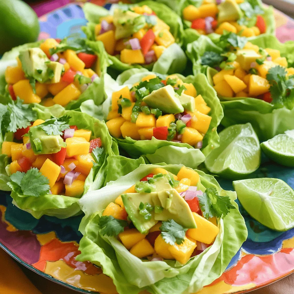 - 2 reife Mangos, gewürfelt - 1 rote Paprika, fein gehackt - 1 kleine rote Zwiebel, fein gehackt - 1 Jalapeño, entkernt und fein gehackt - 1/4 Tasse frischer Koriander, gehackt - 2 Esslöffel Limettensaft - 1 Kopf Butter- oder Romanasalat, Blätter getrennt - Optional: 1 Avocado, gewürfelt Die Hauptzutaten sind frisch und voller Geschmack. Die Mangos geben der Salsa eine süße Note. Die rote Paprika und die rote Zwiebel sorgen für eine knackige Textur. Die Jalapeño fügt einen Hauch von Schärfe hinzu, während der Koriander ein frisches Aroma bringt. Für die Salatblätter kannst du Butter- oder Romanasalat verwenden. Diese Blätter sind perfekt, um die Salsa zu halten. Sie geben einen schönen Crunch. Wenn du möchtest, füge die gewürfelte Avocado hinzu. Sie macht die Salsa cremiger und reichhaltiger. Eine schnelle Zubereitung ist einfach. Du kannst alle Zutaten schnell zusammenstellen. Für das vollständige Rezept schau dir die vollständige Anleitung an. Um die Salsa zuzubereiten, nehmen Sie eine große Rührschüssel. Geben Sie die gewürfelten Mangos, die rote Paprika, die rote Zwiebel und die Jalapeño hinein. Mischen Sie alles gut. Fügen Sie dann den gehackten Koriander und den Limettensaft hinzu. Rühren Sie vorsichtig, bis alles gleichmäßig verteilt ist. Schmecken Sie die Mischung mit Salz und Pfeffer ab. Passen Sie die Würze nach Ihrem Geschmack an. Bereiten Sie die Salatblätter vor, indem Sie sie vorsichtig vom Kopf trennen. Legen Sie die Blätter auf einen Servierteller. Nehmen Sie eine großzügige Portion der Mangosalsa und löffeln Sie sie auf jedes Salatblatt. Wenn Sie mögen, fügen Sie gewürfelte Avocado hinzu, um die Salsa cremiger zu machen. Kombinieren Sie die Lettuce Cups mit Avocado für einen tollen Geschmack. Arrangieren Sie die Cups auf einem bunten Teller. Garnieren Sie sie mit einer Prise Koriander für mehr Farbe. Servieren Sie Limettenstücke dazu, um den Gerichten eine spritzige Note zu verleihen. Diese Präsentation macht die Mango Salsa Lettuce Cups besonders einladend. Um die besten Mangos zu finden, sollten Sie auf die Farbe und die Textur achten. Reife Mangos haben eine goldene, rot-orange Farbe und sind leicht weich, wenn Sie sie sanft drücken. Achten Sie auf einen süßen Duft, der auf die Reife hinweist. Wenn Sie keine reifen Mangos finden, können Sie auch Pfirsiche oder Ananas verwenden. Diese Früchte geben der Salsa einen ähnlichen frischen Geschmack. Die Schärfe der Salsa können Sie leicht anpassen. Wenn Sie es mild mögen, entfernen Sie die Samen der Jalapeño. Für mehr Schärfe können Sie eine ganze Jalapeño verwenden oder sogar einen Hauch von Cayennepfeffer hinzufügen. Ergänzen Sie die Salsa mit zusätzlichen Aromen. Ein wenig Kreuzkümmel oder frischer Ingwer kann den Geschmack vertiefen. Am besten probieren Sie die Mischung und passen die Gewürze nach Ihrem Geschmack an. Um die Vorbereitungszeit zu verkürzen, schneiden Sie die Zutaten im Voraus. Sie können die Mangos, Zwiebeln und Paprika am Morgen oder einen Tag vorher vorbereiten. Lagern Sie die geschnittenen Zutaten in einem luftdichten Behälter im Kühlschrank. So sparen Sie Zeit, wenn es zum Kochen geht. Nutzen Sie auch einen scharfen Messer und ein gutes Schneidebrett, um schneller zu arbeiten. {{image_4}} Sie können die Mango Salsa mit vielen zusätzlichen Gewürzen aufpeppen. Ein wenig Kreuzkümmel oder Paprika gibt der Salsa einen tollen Geschmack. Wenn Sie es scharf mögen, probieren Sie etwas Cayennepfeffer. Sie können auch verschiedene exotische Früchte hinzufügen. Wie wäre es mit Ananas oder Kiwi? Diese Früchte bringen eine interessante Süße in die Mischung. Wenn Sie eine vegetarische oder vegane Option möchten, können Sie die Zutaten leicht ersetzen. Verwenden Sie zum Beispiel Limettensaft statt Fischsauce. Für mehr Proteine können Sie schwarze Bohnen oder Kichererbsen hinzufügen. Diese machen die Salsa sättigender und nahrhafter. Wenn Sie die Mango Salsa für eine größere Gruppe zubereiten, bereiten Sie einfach die Salsa in einer großen Schüssel zu. Stellen Sie sicher, dass Sie genügend Salatblätter bereit haben. Ein schöner Trick ist, die Lettuce Cups auf einem großen Teller zu anrichten. Garnieren Sie sie mit frischem Koriander und Limettenstücken. So sehen sie besonders festlich aus und schmecken auch so. Um die Mango Salsa frisch zu halten, lagern Sie sie in einem luftdichten Behälter. Halten Sie die Salsa im Kühlschrank. So bleibt sie bis zu drei Tage frisch. Achten Sie darauf, die Salsa vor dem Servieren gut umzurühren. Das sorgt für einen tollen Geschmack. Salatblätter sollten in einem feuchten Papiertuch gewickelt werden. Lagern Sie die Blätter in einem offenen Behälter im Kühlschrank. So bleiben sie knackig und frisch. Sie können die Blätter auch für später vorbereiten. Waschen und trocknen Sie sie vor der Lagerung. Haben Sie Reste von der Salsa? Verwenden Sie sie in anderen Gerichten! Die Mango Salsa passt gut zu gegrilltem Hähnchen oder Fisch. Sie können sie auch in Salate oder Wraps einfüllen. Seien Sie kreativ und genießen Sie die verschiedenen Geschmäcker! Die Mango Salsa hält sich im Kühlschrank etwa 2 bis 3 Tage. Bewahre sie in einem luftdichten Behälter auf. So bleibt sie frisch. Achte darauf, die Salsa nicht zu lange stehen zu lassen. Nach ein paar Tagen kann sie matschig werden. Ja, du kannst die Salsa im Voraus machen. Es ist einfach und spart Zeit. Mache sie einen Tag vorher und stelle sie in den Kühlschrank. So kann der Geschmack besser ziehen. Rühre die Salsa vor dem Servieren gut durch. Es gibt viele tolle Beilagen. Tacos, gegrilltes Hähnchen oder Fisch passen gut. Auch Reis oder Quinoa ergänzen die Cups. Du kannst die Lettuce Cups mit Guacamole oder Sour Cream kombinieren. Die Schärfe hängt von der Jalapeño ab. Wenn du es milder magst, entferne die Kerne. Du kannst die Jalapeño auch ganz weglassen. Wenn du mehr Schärfe magst, füge mehr Jalapeño hinzu. Das Rezept hat seine Wurzeln in der lateinamerikanischen Küche. Mango ist eine beliebte Frucht in vielen tropischen Regionen. Die Kombination mit frischen Zutaten macht es besonders lecker. Mango Salsa ist in vielen Ländern ein beliebter Snack oder Beilagen. Du kannst die ganze Zubereitung in der Full Recipe nachlesen. Mango Salsa Lettuce Cups sind einfach zuzubereiten und voller Geschmack. Wir haben die Hauptzutaten, die Zubereitung und hilfreiche Tipps besprochen. Du kannst die Salsa anpassen und verschiedene Variationen ausprobieren. Denke daran, frische Zutaten zu wählen und Reste kreativ zu nutzen. So bereitest du nicht nur ein leckeres Gericht vor, sondern auch ein gesundes. Lass die Farben und Aromen auf deinem Teller leuchten. Viel Spaß beim Ausprobieren!