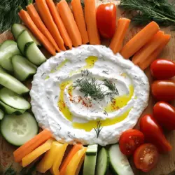 - 2 Tassen griechischer Joghurt (natur) - 1 Esslöffel Olivenöl - 1 Esslöffel Zitronensaft - 1 Teelöffel Zitronenschale Die Hauptzutaten sind einfach und lecker. Griechischer Joghurt ist dick und cremig. Er gibt dem Dip eine tolle Basis. Olivenöl sorgt für einen milden Geschmack. Zitronensaft und Zitronenschale bringen Frische. Diese Kombination macht den Dip zesty und einladend. - 1 Teelöffel frischer Dill (oder ½ Teelöffel getrockneter Dill) - 1 Teelöffel Knoblauchpulver - ½ Teelöffel Salz - ½ Teelöffel schwarzer Pfeffer - ½ Teelöffel geräucherter Paprika Die Gewürze sind der Schlüssel zum Geschmack. Dill gibt ein frisches Aroma. Knoblauchpulver macht den Dip würzig. Salz und Pfeffer bringen die Aromen hervor. Geräucherter Paprika gibt einen tollen, rauchigen Kick. Diese Gewürze verleihen dem Dip Charakter und Tiefe. - Frisches Gemüse (Karottensticks, Gurkenscheiben, Cherry-Tomaten, Paprikastreifen) - Pita-Brot oder Pita-Chips Für die Dipper sind frisches Gemüse ideal. Karottensticks und Gurken sind knackig und gesund. Cherry-Tomaten bringen Süße. Paprikastreifen fügen Farbe hinzu. Pita-Brot oder Chips machen das Dippen einfach. Sie passen perfekt zum cremigen Dip. Wenn du mehr über die Zubereitung erfahren möchtest, schaue dir das [Full Recipe] an. Um den Zesty Greek Yogurt Dip zuzubereiten, fangen wir mit dem Joghurt an. Nehmen Sie eine mittelgroße Schüssel. Geben Sie zwei Tassen griechischen Joghurt hinein. Fügen Sie einen Esslöffel Olivenöl und einen Esslöffel Zitronensaft dazu. Zesten Sie eine Zitrone, um einen Teelöffel Zitronenschale zu bekommen. Vermischen Sie alles gut. Rühren Sie, bis die Mischung glatt und cremig ist. Jetzt kommen die Gewürze. Fügen Sie einen Teelöffel frischen Dill hinzu oder verwenden Sie ½ Teelöffel getrockneten Dill. Geben Sie einen Teelöffel Knoblauchpulver, ½ Teelöffel Salz, ½ Teelöffel schwarzen Pfeffer und ½ Teelöffel geräucherten Paprika dazu. Rühren Sie alles kräftig um. Probieren Sie den Dip. Wenn er mehr Geschmack braucht, fügen Sie nach Belieben mehr Gewürze hinzu. Jetzt ist es Zeit, den Dip anzurichten. Geben Sie den Dip in eine Servierschüssel. Streichen Sie die Oberfläche glatt. Um den Dip herum, arrangieren Sie frisches Gemüse. Karottensticks, Gurkenscheiben, Cherry-Tomaten und Paprikastreifen sind perfekt. Sie können auch Pita-Brot oder Pita-Chips hinzufügen. Machen Sie das Arrangement bunt und einladend. Manchmal möchte man den Geschmack anpassen. Sie können den Dip nach Belieben nachwürzen. Wenn Sie mehr Frische möchten, fügen Sie einen Spritzer Zitronensaft hinzu. Für mehr Raucharoma können Sie mehr geräucherten Paprika einstreuen. Optional können Sie zusätzliche Garnierungen hinzufügen. Ein Schuss Olivenöl auf der Oberfläche sieht schön aus. Streuen Sie etwas Dill oder geräucherten Paprika darüber für eine tolle Optik. Für die vollständige Rezeptanleitung, schauen Sie sich das Rezept an: Zesty Greek Yogurt Dip Platter. Um die richtige Konsistenz zu bekommen, ist die Rührtechnik wichtig. Mischen Sie den Joghurt sanft, bis er cremig wird. Achten Sie darauf, nicht zu viel Luft hineinzubringen. Wenn der Dip zu dick ist, fügen Sie etwas mehr Olivenöl oder Zitronensaft hinzu. Ist er zu dünn, einfach mehr Joghurt einrühren. Eine ansprechende Anordnung macht den Dip noch leckerer. Platzieren Sie den Dip in der Mitte einer großen Platte. Arrangieren Sie die Dipper ringsum. Verwenden Sie bunte Geschirrteile, um die Farben hervorzuheben. Kleine Schalen für die Dipper können ebenfalls hilfreich sein. Zahnstocher machen das Eintauchen einfacher und lassen die Platte einladend wirken. Dieser Dip passt perfekt zu vielen Anlässen. Ob bei einer Party, einem Picknick oder als schneller Snack, er wird immer gut ankommen. Sie können verschiedene Gemüsearten anbieten, um Abwechslung zu schaffen. Für eine besondere Note können Sie den Dip mit verschiedenen Kräutern garnieren. Probieren Sie, Oliven oder Feta hinzuzufügen, um neue Geschmäcker zu entdecken. Für mehr Details sehen Sie sich das Full Recipe an. {{image_4}} Für eine noch frischere Note füge grüne Oliven oder Avocado hinzu. Diese Zutaten bringen tolle Aromen und zusätzliche gesunde Fette. Grüne Oliven haben einen salzigen Kick, während Avocado die Creme macht noch cremiger. Beides passt gut zu unserem Dip und bietet mehr Abwechslung. Du kannst die Oliven klein schneiden oder die Avocado pürieren. So erhältst du eine interessante Textur in jedem Bissen. Möchtest du es schärfer? Dann füge Chili-Flocken oder Pepperoni hinzu. Diese Zutaten geben dem Dip einen würzigen Kick. Chili-Flocken sind einfach zu dosieren und bieten einen tollen Geschmack. Pepperoni sorgt für einen herzhaften, würzigen Geschmack. Du kannst die Menge je nach Vorliebe anpassen. So machst du den Dip genau nach deinem Geschmack. Lass uns die Geschmäcker anderer Küchen erkunden! Du kannst Zutaten aus der mediterranen oder mexikanischen Küche anpassen. Zum Beispiel, füge frische Kräuter wie Koriander hinzu, um einen mexikanischen Flair zu bekommen. Alternativ kannst du Feta-Käse oder geröstete Paprika für einen mediterranen Touch verwenden. Diese Anpassungen bringen Vielfalt und machen den Dip noch spannender. Entdecke neue Kombinationen und finde deinen Favoriten! Um den Dip frisch zu halten, verpacken Sie ihn luftdicht. Verwenden Sie eine Frischhaltefolie oder einen luftdichten Behälter. So bleibt der Geschmack erhalten und der Dip trocknet nicht aus. Achten Sie darauf, die Oberfläche gut abzudecken. Der Dip bleibt im Kühlschrank etwa 3 bis 5 Tage frisch. Nach dieser Zeit kann der Geschmack nachlassen. Überprüfen Sie das Aussehen und den Geruch, bevor Sie ihn essen. Wenn es seltsam riecht oder anders aussieht, entsorgen Sie ihn. Nutzen Sie Reste kreativ! Sie können den Dip als Aufstrich für Sandwiches verwenden. Er passt auch gut zu Salaten oder als Sauce für gegrilltes Gemüse. Wenn Sie einen Wrap machen, gibt der Dip dem Gericht eine leckere Note. Seien Sie ein bisschen kreativ und probieren Sie neue Ideen aus! Der Zesty Greek Yogurt Dip bleibt frisch für 3 bis 5 Tage im Kühlschrank. Lagern Sie ihn in einem luftdichten Behälter. So bleibt er lange lecker. Vermeiden Sie, den Dip mit schmutzigen Löffeln zu berühren. Das schützt vor Bakterien. Wenn Sie keinen griechischen Joghurt haben, probieren Sie Quark oder Skyr. Beide haben eine ähnliche Konsistenz. Sie können auch Pflanzendips wie Cashew-Joghurt nutzen. Diese Optionen sind gut für Veganer oder Milchallergiker. Um den Dip schärfer zu machen, fügen Sie Chili-Flocken oder frischen Chili hinzu. Beginnen Sie mit einer kleinen Menge. So können Sie die Schärfe leicht anpassen. Auch ein Spritzer Tabasco kann helfen. Schmecken Sie regelmäßig ab, um die perfekte Schärfe zu finden. Für den Dip passen viele gesunde Dipper. Frisches Gemüse wie Karottensticks, Gurkenscheiben und Paprikastreifen sind ideal. Auch Cherry-Tomaten sind lecker. Wenn Sie etwas anderes wollen, versuchen Sie Pita-Brot oder Pita-Chips. Sie sind knusprig und passen gut zu dem Dip. Die vollständige Rezeptanleitung für den Zesty Greek Yogurt Dip Platter finden Sie in dem Abschnitt "Zutaten". Dort sind alle Schritte genau beschrieben. So gelingt Ihnen der Dip im Handumdrehen. Diese Anleitung zeigt, wie man einen leckeren Zesty Greek Yogurt Dip zubereitet. Wir haben die Hauptzutaten, Gewürze und leckere Dipper besprochen. Es ist einfach, den Dip nach deinem Geschmack anzupassen. Die Aufbewahrungstipps helfen, den Dip frisch zu halten. Denke daran, dass Variationen wie vegetarische oder scharfe Optionen den Genuss steigern. Das Rezept eignet sich perfekt für Partys oder einen schnellen Snack. Probiere es aus und bereite deinen eigenen Dip für den nächsten Anlass zu!