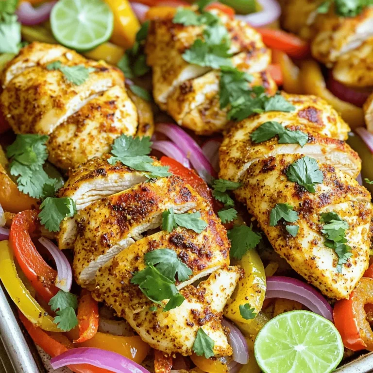 - 4 Hähnchenbrustfilets ohne Haut und Knochen - Gemischtes Gemüse: Paprika und rote Zwiebel - Gewürze und Öle: Olivenöl, Chilipulver, Kreuzkümmel Baked Fajita Chicken ist einfach und lecker. Die Hauptzutaten sind frisch und voller Geschmack. Du benötigst vier saftige Hähnchenbrustfilets. Diese sind die Basis für dein Gericht. Das Gemüse bringt Farbe und Knusprigkeit. Paprika in verschiedenen Farben macht das Essen lebendig. Die rote Zwiebel gibt eine süße Note. Die Gewürze sind der Schlüssel. Olivenöl sorgt für die perfekte Textur. Chilipulver gibt einen leichten Kick. Kreuzkümmel ergänzt die Aromen und macht alles noch besser. Diese Zutaten sind leicht zu finden und machen dein Gericht besonders. - Limettensaft für zusätzliche Frische - Frischer Koriander zum Garnieren - Tortillas oder Beilagen wie Guacamole oder Salsa Um dein Baked Fajita Chicken aufzupeppen, kannst du zusätzliche Zutaten nutzen. Limettensaft fügt Frische hinzu und hebt die Aromen hervor. Frischer Koriander bringt Farbe und Geschmack. Du kannst das Gericht auch mit warmen Tortillas servieren. Guacamole oder Salsa sind perfekte Beilagen. Diese Ergänzungen machen das Essen noch besser und sorgen für Freude bei jedem Bissen. Wenn du mehr über die Zubereitung erfahren möchtest, sieh dir das vollständige Rezept an: Zesty Baked Fajita Chicken . Heize deinen Ofen auf 200°C (400°F) vor. Dies sorgt für eine perfekte Garzeit. In einer kleinen Schüssel mische die Gewürze. Du brauchst Chilipulver, Kreuzkümmel, Paprika, Knoblauchpulver, Zwiebelpulver, Salz und schwarzen Pfeffer. Diese Mischung gibt deinem Hähnchen tollen Geschmack. Trockne die Hähnchenbrustfilets mit Küchenpapier. So bleibt das Hähnchen saftig. Gib etwas Olivenöl auf die Filets. Reibe es gut ein, damit die Gewürze haften. Verteile die Gewürzmischung gleichmäßig auf jedem Filet. Achte darauf, dass alle Seiten gut bedeckt sind. Schneide die Paprika und die rote Zwiebel in Scheiben. Lege das Gemüse rund um das Hähnchen in die Auflaufform. Das Gemüse wird weich und nimmt den Geschmack auf. Presse den Saft von einer Limette über das Hähnchen und das Gemüse. Dies bringt Frische und Geschmack. Decke die Auflaufform mit Aluminiumfolie ab und stelle sie in den Ofen. Backe das Gericht 25 Minuten lang. Danach entferne die Folie und backe es weitere 15-20 Minuten. Das Hähnchen sollte eine Innentemperatur von 74°C (165°F) erreichen. Lass das Gericht einige Minuten ruhen, bevor du es servierst. Garnieren kannst du das Hähnchen mit frischem Koriander für den letzten Schliff. Die ideale Innentemperatur für Hähnchen beträgt 74°C (165°F). Verwenden Sie ein Fleischthermometer, um dies zu überprüfen. Stechen Sie in die dickste Stelle des Hähnchens. So wissen Sie, dass es gut gegart ist. Achten Sie darauf, nicht zu lange zu backen. So bleibt das Hähnchen saftig und zart. Das Gemüse sollte weich, aber nicht matschig sein. Backen Sie die Paprika und die Zwiebel gleichmäßig mit dem Hähnchen. Wenn das Hähnchen fast fertig ist, können Sie das Gemüse etwas länger im Ofen lassen. So wird es perfekt gegart und behält seinen guten Geschmack. Ein häufiger Fehler ist, dass das Hähnchen zu trocken wird. Um dies zu verhindern, decken Sie die Auflaufform während der ersten Backzeit mit Aluminiumfolie ab. Dies hält die Feuchtigkeit im Gericht. Entfernen Sie die Folie erst, wenn das Hähnchen fast fertig ist. Achten Sie darauf, die richtige Menge Gewürze zu verwenden. Zu viel kann den Geschmack überwältigen. Es ist besser, mit weniger zu beginnen und nach Geschmack zu ergänzen. Servieren Sie Baked Fajita Chicken mit warmen Tortillas. Diese sind perfekt, um das Hähnchen und das Gemüse einzuwickeln. Ein guter Dip wie Guacamole oder Salsa passt ebenfalls gut dazu. Für die Präsentation legen Sie das Hähnchen auf eine große Platte. Dekorieren Sie es mit frischem Koriander. Das sieht nicht nur schön aus, sondern bringt auch frischen Geschmack. So wird Ihr Gericht nicht nur lecker, sondern auch appetitlich aussehen. {{image_4}} Für eine vegetarische Version von Baked Fajita Chicken können Sie Tofu oder pflanzliches Protein verwenden. Tofu nimmt die Aromen gut auf. Schneiden Sie ihn in Würfel und marinieren Sie ihn wie das Hähnchen. Eine andere Möglichkeit ist, verschiedene Gemüsearten zu verwenden. Zucchini, Auberginen oder Pilze bringen neue Geschmäcker in das Gericht. Sie können die Gewürze nach Ihrem Geschmack anpassen. Versuchen Sie, regionale Gewürze wie italienische Kräuter oder gar Curry hinzuzufügen. Wenn Sie es süßer mögen, fügen Sie etwas Honig oder braunen Zucker hinzu. Für mehr Schärfe können Sie frische Chilis oder scharfes Paprikapulver verwenden. Neben dem Ofen gibt es auch andere Zubereitungsmethoden. Eine Luftfritteuse kann das Gericht knuspriger machen. Grillen ist eine weitere tolle Option. Der Grill gibt dem Hähnchen ein rauchiges Aroma. Beachten Sie, dass die Garzeit variieren kann, je nachdem, welche Methode Sie wählen. Wie lange bleibt das Baked Fajita Chicken im Kühlschrank? Es hält sich gut bis zu drei Tage. Lagern Sie es in einem luftdichten Behälter. So bleibt das Hähnchen frisch und lecker. Achten Sie darauf, das Gericht abkühlen zu lassen, bevor Sie es einlagern. Möchten Sie Reste einfrieren? Das ist einfach! Folgen Sie diesen Schritten: 1. Lassen Sie das Baked Fajita Chicken vollständig abkühlen. 2. Teilen Sie es in Portionen auf. 3. Wickeln Sie jede Portion in Frischhaltefolie ein. 4. Legen Sie die Portionen in einen Gefrierbeutel. 5. Beschriften Sie den Beutel mit Datum und Inhalt. Um das Gericht aufzutauen, legen Sie es einfach über Nacht in den Kühlschrank. Sie können es dann im Ofen oder in der Mikrowelle wieder erwärmen. Haben Sie Reste? Nutzen Sie sie kreativ! Machen Sie eine Fajita-Bowl mit Reis und Bohnen. Oder fügen Sie die Reste zu einem Salat hinzu. Sie können auch Tacos oder Wraps daraus machen. Indem Sie Reste verwenden, reduzieren Sie Abfall und genießen neue Mahlzeiten. Das Hähnchen sollte in einem vorgeheizten Ofen bei 200°C (400°F) gebacken werden. Die empfohlene Backzeit beträgt 25 Minuten mit Aluminiumfolie. Nach dieser Zeit entfernen Sie die Folie und backen das Hähnchen weitere 15 bis 20 Minuten. Das Hähnchen sollte eine Innentemperatur von 74°C (165°F) erreichen. So bleibt es saftig und zart. Ja, Sie können die Gewürze nach Ihrem Geschmack anpassen. Wenn Sie es schärfer mögen, fügen Sie mehr Chilipulver hinzu. Für einen rauchigen Geschmack können Sie geräucherte Paprika verwenden. Auch frische Kräuter wie Oregano oder Thymian passen gut. Experimentieren Sie mit verschiedenen Gewürzen, um Ihre perfekte Mischung zu finden. Zu Baked Fajita Chicken passen viele Beilagen. Hier sind einige Vorschläge: - Warme Tortillas - Guacamole - Salsa - Reis oder Quinoa - Ein frischer Salat Diese Beilagen ergänzen das Gericht gut und sorgen für ein volleres Essen. Das vollständige Rezept für Zesty Baked Fajita Chicken finden Sie hier. Es enthält alle Schritte und Tipps, um dieses Gericht perfekt zuzubereiten. Baked Fajita Chicken ist einfach zuzubereiten und bietet viele Variationen. Nach dem Backen kommt das saftige Hähnchen zusammen mit buntem Gemüse und tollen Gewürzen auf den Tisch. Du kannst frische Zutaten wie Limettensaft und Koriander hinzufügen und mit Tortillas oder Dips servieren. Vermeide häufige Fehler, um das Beste aus deinem Gericht herauszuholen. Gut gelagert ist es auch für die nächste Mahlzeit geeignet. Nutze die Tipps aus diesem Artikel, um dein Fajita-Erlebnis noch besser zu machen!