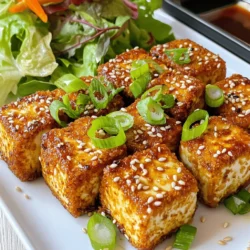 Für den knusprigen Luftfritteuse-Tofu benötigen Sie folgende Hauptzutaten: - 1 Block (400 g) fester Tofu, gut abgetropft und gepresst - 2 Esslöffel Speisestärke - 2 Esslöffel Sojasauce (oder Tamari für glutenfrei) - 1 Esslöffel Sesamöl Diese Zutaten sind die Basis für einen tollen Geschmack und eine knusprige Textur. Fester Tofu sorgt für Stabilität beim Kochen. Um den Tofu richtig zu würzen, verwenden wir: - 1 Teelöffel Knoblauchpulver - 1 Teelöffel Ingwerpulver - 1/2 Teelöffel schwarzer Pfeffer Diese Gewürze bringen viel Geschmack in das Gericht. Die Marinade aus Sojasauce und Sesamöl macht den Tofu noch köstlicher. Für die Garnierung empfehle ich: - 1 Esslöffel Sesamsamen (optional) - Frühlingszwiebeln, in Ringe geschnitten Diese Extras geben dem Gericht eine schöne Farbe und zusätzlichen Crunch. Sie machen den Tofu nicht nur lecker, sondern auch schön anzusehen. Für das komplette Rezept schauen Sie sich die Anleitung für knusprigen Luftfritteuse-Tofu an. Nehmen Sie einen Block festen Tofu. Drücken Sie ihn gut ab, um Wasser zu entfernen. Schneiden Sie den Tofu in gleichmäßige Würfel. Die Stücke sollten etwa 2,5 cm groß sein. Mischen Sie in einer großen Schüssel die Sojasauce, das Sesamöl, das Knoblauchpulver, das Ingwerpulver und den schwarzen Pfeffer. Rühren Sie die Mischung gut um. Geben Sie die Tofu-Würfel in die Schüssel. Heben Sie sie vorsichtig unter, damit sie die Marinade aufnehmen. Lassen Sie den Tofu mindestens 15 Minuten marinieren, um den besten Geschmack zu erzielen. Nach der Marinierzeit streuen Sie die Speisestärke über die Tofu-Würfel. Werfen Sie die Würfel vorsichtig, bis jedes Stück gut bedeckt ist. Dadurch wird der Tofu schön knusprig. Heizen Sie Ihre Luftfritteuse auf 200 °C vor. Dies dauert etwa 5 Minuten. Legen Sie die marinierten Tofu-Würfel in einer einzigen Schicht in den Korb der Luftfritteuse. Achten Sie darauf, dass sie nicht übereinanderliegen. Frittieren Sie den Tofu für 15-18 Minuten. Schütteln Sie den Korb nach der Hälfte der Zeit. Der Tofu sollte goldbraun und knusprig sein. Die Marinierzeit ist wichtig für den Geschmack. Ich empfehle, den Tofu mindestens 15 Minuten zu marinieren. So zieht die Marinade gut ein. Wenn du mehr Zeit hast, lasse ihn bis zu einer Stunde marinieren. So wird der Tofu noch schmackhafter. Um eine extra knusprige Textur zu erreichen, ist die Speisestärke der Schlüssel. Stelle sicher, dass du die Tofu-Würfel gleichmäßig damit bedeckst. Du kannst die Luftfritteuse auch vor dem Frittieren kurz vorheizen. Dies hilft, die Oberfläche schnell zu rösten und die Knusprigkeit zu fördern. Ein häufiger Fehler ist, den Tofu zu überladen. Achte darauf, dass die Würfel in einer einzigen Schicht liegen. Wenn sie übereinander liegen, werden sie nicht gleichmäßig knusprig. Ein weiterer Fehler ist, die Marinade nicht gut zu vermengen. Alle Zutaten müssen gut verteilt sein, damit jeder Bissen voller Geschmack ist. {{image_4}} Du kannst dein Tofu leicht anpassen. Probiere verschiedene Gewürze aus. Eine Mischung aus Paprika, Kreuzkümmel und Chili gibt dem Tofu eine würzige Note. Für eine asiatische Variante füge fünf-Gewürz-Pulver hinzu. Du kannst auch Kräuter wie Thymian oder Rosmarin verwenden. Eine einfache Marinade aus Zitronensaft und Olivenöl bringt Frische. Denke daran, die Marinade für mindestens 15 Minuten einziehen zu lassen. Ein guter Dip macht alles besser. Probiere eine Erdnuss-Sauce aus Erdnussbutter, Sojasauce und Limettensaft. Das gibt deinem Tofu eine süßliche Note. Auch eine scharfe Chilisauce ist eine tolle Wahl. Vielleicht magst du eine einfache Tahini-Sauce? Mische Tahini mit Wasser, Zitronensaft und Knoblauch. Diese Dips passen perfekt zu knusprigem Tofu. Tofu ist sehr vielseitig. Er passt gut zu Reis, Quinoa oder Nudeln. Du kannst auch einen frischen Salat dazu servieren. Eine Mischung aus Gurken, Karotten und Avocado ist einfach lecker. Gedämpftes Gemüse wie Brokkoli oder grüne Bohnen ergänzt das Gericht auch gut. Probiere es aus und kombiniere die Beilagen, die dir am besten schmecken! Um Reste von knusprigem Luftfritteuse-Tofu frisch zu halten, lege ihn in einen luftdichten Behälter. Wickle ihn in Frischhaltefolie, um Feuchtigkeit zu vermeiden. Achte darauf, den Tofu im Kühlschrank aufzubewahren. So bleibt er bis zu drei Tage gut. Um den Tofu wieder knusprig zu machen, heize ihn in der Luftfritteuse auf. Stelle die Temperatur auf 180 °C ein und lasse ihn für etwa 5-7 Minuten aufwärmen. So wird der Tofu wieder schön knusprig, ohne fettig zu werden. Vermeide die Mikrowelle, da sie den Tofu weich macht. Wenn du deinen Tofu länger aufbewahren willst, kannst du ihn einfrieren. Stelle sicher, dass der Tofu gut verpackt ist. Benutze einen Gefrierbeutel oder einen luftdichten Behälter. Er bleibt bis zu drei Monate frisch. Zum Auftauen lege den Tofu über Nacht in den Kühlschrank. Frittiere ihn wieder für die beste Textur. Tofu braucht in der Luftfritteuse etwa 15 bis 18 Minuten. Die genaue Zeit hängt von der Größe der Würfel und der Luftfritteuse ab. Schütteln Sie den Korb nach der Hälfte der Zeit. So wird der Tofu gleichmäßig knusprig. Ja, Luftfritteuse-Tofu ist gesund. Er enthält viel Protein und wenig Fett. Durch die Luftfrittiermethode nutzen Sie weniger Öl als beim traditionellen Frittieren. Das macht das Gericht leichter und nahrhafter. Fester oder extra fester Tofu eignet sich am besten für die Luftfritteuse. Diese Sorten haben eine dichte Textur und halten die Form gut. Weicher Tofu zerfällt leicht und wird nicht knusprig. Ja, Sie können die Menge verdoppeln oder verdreifachen. Achten Sie darauf, die Tofu-Würfel in einer einzigen Schicht zu frittieren. Wenn die Luftfritteuse zu klein ist, frittieren Sie in mehreren Durchgängen. So bleibt der Tofu knusprig. In diesem Blogbeitrag haben wir die besten Zutaten und eine klare Anleitung für knusprigen Luftfritteuse-Tofu besprochen. Ich habe Tipps gegeben, damit der Tofu perfekt wird und Variationen vorgestellt, um Abwechslung zu bieten. Abschließend bleibt zu sagen: Tofu in der Luftfritteuse ist einfach, lecker und vielseitig. Mit den richtigen Zubereitungsschritten und Tipps wird Ihr Tofu zum Hit. Probieren Sie es aus und genießen Sie die tollen Ergebnisse!