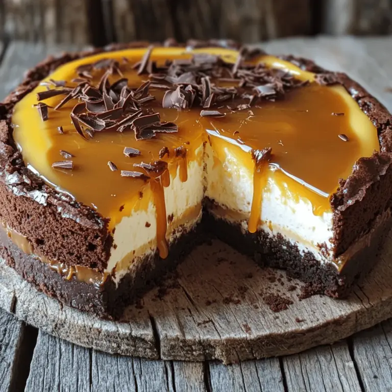 - 1 Tasse ungesalzene Butter - 1 Tasse Kristallzucker - 1 Tasse brauner Zucker, gepackt - 4 große Eier - 1 Teelöffel Vanilleextrakt Für die Brownie-Schicht benötigst du ungesalzene Butter, Kristallzucker und braunen Zucker. Beide Zuckersorten sorgen für eine süße Tiefe. Du fügst Eier hinzu, um die Masse zu binden. Vanilleextrakt gibt dem Ganzen ein warmes Aroma. Diese Zutaten schaffen eine dichte, fudgy Schicht, die perfekt mit dem Käsekuchen harmoniert. - 225 g Frischkäse, weich - 1/2 Tasse saure Sahne - 1/2 Tasse Puderzucker - 1 Teelöffel Vanilleextrakt - 1 Tasse Karamellsauce Die Käsekuchen-Schicht ist reichhaltig und cremig. Du brauchst weichen Frischkäse und saure Sahne. Diese beiden Zutaten sorgen für die nötige Textur und Frische. Puderzucker macht die Mischung süß und glatt. Vanilleextrakt fügt wieder dieses wunderbare Aroma hinzu. Karamellsauce bringt eine zusätzliche süße Note, die deinen Käsekuchen unwiderstehlich macht. - Schokoladenspäne - Zusätzliche Karamellsoße Die Dekoration macht alles noch besser. Schokoladenspäne geben einen schönen Crunch und einen Schokoladengeschmack. Zusätzliche Karamellsoße oben drauf macht den Käsekuchen zum Hingucker. Diese Garnitur macht das Dessert nicht nur schmackhaft, sondern auch optisch ansprechend. Wenn du mehr über das Rezept erfahren möchtest, schau dir die Full Recipe an. - Heize deinen Ofen auf 175 °C vor. - Fette eine 23 cm Springform ein. Lege den Boden mit Backpapier aus. - Schmelze 1/2 Tasse Butter in einem Topf bei schwacher Hitze. - Mische die geschmolzene Butter mit 1 Tasse Kristallzucker und 1 Tasse braunem Zucker. Rühre, bis die Mischung glatt ist. - Füge vier große Eier nacheinander hinzu. Gib 1 Teelöffel Vanilleextrakt dazu und rühre gut. - Schlage 225 g Frischkäse in einer großen Schüssel cremig. - Mische 1/2 Tasse saure Sahne, 1/2 Tasse Puderzucker und 1 Teelöffel Vanilleextrakt ein, bis die Mischung glatt ist. - Gieße die Käsekuchen-Mischung über die Brownie-Schicht. - Träufle die Hälfte der Karamellsauce auf die Käsekuchen-Schicht und verwende einen Zahnstochers, um sie leicht zu marmorieren. - Backe die Springform bei 160 °C für 50-60 Minuten. - Lass den Käsekuchen im Ofen abkühlen, nachdem du ihn ausgeschaltet hast. - Konsistenz des Teigs: Der Teig sollte dick und klebrig sein. Übermische ihn nicht, um die perfekte Textur zu erhalten. - Backzeit anpassen: Die Backzeit kann variieren. Überprüfe den Brownie nach 20 Minuten. Ein Zahnstocher sollte leicht feuchte Krümel zeigen, aber nicht nass sein. - Ideal temperieren: Lass den Frischkäse vor dem Mischen auf Raumtemperatur kommen. So wird die Masse glatt und cremig. - Vermeidung von Rissen: Backe den Käsekuchen bei niedriger Temperatur. Ein Wasserbad kann auch helfen, Risse zu verhindern. - Anrichten und Garnieren: Schneide den Käsekuchen in gleichmäßige Stücke. Garniere ihn mit Karamellsauce und Schokoladenspänen für einen tollen Look. - Kombination mit Getränken: Ein Glas Milch oder ein Kaffee passt perfekt. Diese Getränke ergänzen den süßen Geschmack des Käsekuchens. {{image_4}} Für die Käsekuchen-Schicht kann man viele verschiedene Aromen verwenden. Du kannst zum Beispiel Zimt oder Schokolade hinzufügen. Eine Prise Zimt gibt eine warme Note. Schokoladenstückchen machen es noch schokoladiger und leckerer. Zusätzlich kannst du Nüsse wie Walnüsse oder Pekannüsse einarbeiten. Sie bringen einen tollen Crunch in die cremige Käsekuchen-Schicht. Achte darauf, die Nüsse vorher grob zu hacken, damit sie gleichmäßig verteilt sind. Wenn du glutenfrei backen möchtest, gibt es einfache Alternativen. Du kannst Weizenmehl durch Mandelmehl oder Kokosmehl ersetzen. Diese Mehle haben andere Eigenschaften, also teste die Konsistenz des Teigs. Manchmal muss man auch die Flüssigkeitsmenge anpassen. Verwende glutenfreie Zutaten wie glutenfreie Kekse für die Kruste. Diese sind leicht erhältlich und passen gut zu Käsekuchen. Achte darauf, dass alle anderen Zutaten ebenfalls glutenfrei sind. Für eine vegane Version kannst du Eier durch Apfelmus oder Leinsamen ersetzen. Zwei Esslöffel Apfelmus oder ein Esslöffel Leinsamen mit drei Esslöffeln Wasser ersetzen ein Ei. Verwende veganen Frischkäse und pflanzliche Sahne statt saurer Sahne. Diese Zutaten sind in vielen Geschäften erhältlich. Um die Käsekuchen-Mischung cremig zu halten, achte darauf, alle Zutaten gut zu vermischen. Wenn du die vegane Variante machst, überprüfe die Backzeiten. Vegane Kuchen brauchen oft etwas länger. Für das vollständige Rezept, schau dir den Irresistibler Karamell-Brownie-Käsekuchen an. Der Käsekuchen bleibt im Kühlschrank bis zu fünf Tage frisch. Lagere ihn am besten in einem luftdichten Behälter. So vermeidest du, dass er Gerüche anderer Lebensmittel aufnimmt. Wenn du ihn gut abdeckst, bleibt die Textur angenehm cremig. Um den Käsekuchen einzufrieren, schneide ihn in Stücke. Wickele jedes Stück in Frischhaltefolie und lege sie in einen Gefrierbeutel. So bleibt er bis zu drei Monate frisch. Für das Auftauen nimm die Stücke einen Tag vorher aus dem Gefrierfach. Lass sie im Kühlschrank auftauen. So bleibt der Käsekuchen saftig und lecker. Serviere ihn kalt oder bei Raumtemperatur für den besten Genuss. Für den vollen Geschmack solltest du die restliche Karamellsauce vor dem Servieren erneut aufträufeln. Du kannst auch Schokoladenspäne darüber streuen, um die Optik zu verbessern. Die Kombination macht jeden Bissen unwiderstehlich. Du findest die vollständige Rezepturanweisung weiter oben. Der Käsekuchen bleibt im Kühlschrank etwa 5 bis 7 Tage frisch. Um die Qualität zu bewahren, lagere ihn in einem luftdichten Behälter. Das schützt ihn vor anderen Gerüchen und sorgt dafür, dass er nicht austrocknet. Vermeide es, den Käsekuchen bei Raumtemperatur zu lassen, da dies die Haltbarkeit verringert. Ja, du kannst die Karamellsauce ganz einfach selbst herstellen. Für eine hausgemachte Karamellsauce benötigst du: - 1 Tasse Zucker - 6 Esslöffel Butter - 1/2 Tasse Sahne - Eine Prise Salz 1. Zuerst den Zucker in einem Topf bei mittlerer Hitze schmelzen. 2. Wenn er goldbraun wird, füge die Butter hinzu und rühre gut um. 3. Nach dem Schmelzen der Butter, gieße die Sahne langsam hinzu und rühre weiter. 4. Lass die Sauce etwas köcheln und füge eine Prise Salz hinzu. 5. Lass sie abkühlen, bevor du sie auf deinen Käsekuchen gibst. Wenn dein Käsekuchen rissig wird, keine Panik! Hier sind einige Tipps: - Langsame Temperaturänderung: Lass den Käsekuchen im Ofen abkühlen. Dies hilft, Risse zu vermeiden. - Überprüfe die Backzeit: Zu langes Backen kann Risse verursachen. Backe immer nach der empfohlenen Zeit. - Verwende ein Wasserbad: Ein Wasserbad beim Backen hilft, die Feuchtigkeit zu halten und Risse zu verhindern. Um den Käsekuchen schön zu präsentieren, mache Folgendes: - Schneide ihn gleichmäßig in Stücke mit einem scharfen Messer. - Träufle die restliche Karamellsauce über jedes Stück. - Garnier mit Schokoladenspänen für einen besonderen Look. - Ergänze mit frischen Früchten oder einem Klecks Schlagsahne für extra Genuss. Die vollständige Rezepturanweisung für den Irresistiblen Karamell-Brownie-Käsekuchen findest du in der Rezeptbeschreibung. Dort sind alle Schritte detailliert beschrieben, um dir das Nachkochen zu erleichtern. Zusammenfassend hast du die Zutaten für den köstlichen Brownie-Käsekuchen kennengelernt. Du weißt jetzt, wie man die Schichten zubereitet und perfekt kombiniert. Mit den Tipps und Variationen kannst du deiner Kreativität freien Lauf lassen. Denke daran, wie du den Kuchen aufbewahrst, um seine Frische zu erhalten. Probiere auch die FAQs aus, um alle Fragen zu klären. Der Brownie-Käsekuchen ist eine tolle Leckerei, die jeden bezaubert. Viel Spaß beim Backen!