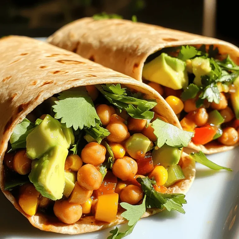 - 1 Dose Kichererbsen, abgetropft und abgespült - 120 ml BBQ-Sauce - 150 g Mais Die Kichererbsen sind die Grundlage für unseren Wrap. Sie sind gesund und voll mit Protein. Die BBQ-Sauce gibt dem Gericht einen süßen, rauchigen Geschmack. Der Mais bringt eine süße Note und eine schöne Textur in die Mischung. - 1 kleine rote Zwiebel - 1 Paprika - 1 Avocado Die rote Zwiebel bringt einen scharfen Geschmack. Sie ergänzt die Süße der BBQ-Sauce. Die Paprika sorgt für Farbe und Crunch. Die Avocado fügt Cremigkeit und gesunde Fette hinzu. Zusammen sorgen sie für Vielfalt auf deinem Teller. - 4 große Vollkorn-Tortillas - 1 Esslöffel Olivenöl - Salz und Pfeffer Die Vollkorn-Tortillas sind nahrhaft und lecker. Sie sind die perfekte Basis für unseren Wrap. Olivenöl hilft, die Aromen zu verbinden. Salz und Pfeffer bringen die Mischung zum Leben. Du kannst die Mengen nach deinem Geschmack anpassen. Für das vollständige Rezept, schau dir das Full Recipe an. Beginne damit, die Kichererbsen grob zu zerdrücken. Nimm eine Gabel und zerdrücke die Hälfte der Kichererbsen in einer Schüssel. Du willst eine stückige Konsistenz, die beim Essen knusprig ist. Die anderen Kichererbsen bleiben ganz. So bekommst du verschiedene Texturen in deinem Wrap. Jetzt kommt der spannende Teil. Gib alle Zutaten in die Schüssel. Füge die restlichen Kichererbsen, die BBQ-Sauce, den Mais, die gewürfelte Paprika und die fein gehackte Zwiebel hinzu. Rühre alles gut um. So verbinden sich die Aromen und machen die Mischung lecker. Erhitze das Olivenöl in einer Pfanne bei mittlerer Hitze. Gib die Kichererbsenmischung in die Pfanne und brate sie 5-7 Minuten. Rühre dabei regelmäßig um. So wird die Mischung warm und die Aromen kommen richtig zur Geltung. Schmecke sie mit Salz und Pfeffer ab. Nimm deine Tortillas und lege sie auf eine flache Fläche. Gib in die Mitte jeder Tortilla eine Handvoll Blattsalate. Danach löffele die Kichererbsenmischung darauf. Füge die gewürfelte Avocado hinzu. Klappe die Seiten der Tortilla ein und rolle sie fest auf. Du hast jetzt einen köstlichen Wrap. Wenn nötig, schneide ihn in der Mitte durch. Garnieren kannst du die Wraps mit frischem Koriander oder Petersilie. Für das vollständige Rezept, schau dir das Full Recipe an. Um die ideale Konsistenz zu erreichen, drücke die Kichererbsen nicht zu fein. Behalte einige Stücke, damit die Mischung schön knusprig bleibt. Wenn du sie zu stark zerdrückst, wird die Textur matschig. Die groben Stücke geben dir das richtige Gefühl in jedem Biss. Die Wahl der BBQ-Sauce macht einen großen Unterschied im Geschmack. Suche nach Marken, die echte Zutaten verwenden. Du willst eine Sauce, die süß und rauchig ist. Probiere verschiedene Marken aus, um deinen Favoriten zu finden. Eine gute Sauce hebt den gesamten Wrap hervor. Wenn du die Wraps leichter machen möchtest, kannst du Low-Carb-Alternativen verwenden. Tortilla-Wraps aus Blumenkohl oder Salatblätter sind tolle Optionen. Diese Varianten reduzieren die Kohlenhydrate und machen dein Gericht gesünder. Es ist eine einfache Anpassung, die den Genuss nicht mindert. {{image_4}} Wenn du mehr Geschmack magst, füge Feta-Käse oder Nüsse hinzu. Feta gibt einen salzigen Kick. Nüsse bringen Knusprigkeit und gesunde Fette. Du kannst auch geröstete Sonnenblumenkerne verwenden. Diese kleinen Extras machen den Wrap noch besser. Du kannst die Wraps ganz einfach vegan machen. Ersetze den Feta durch Avocado oder einen veganen Käse. Nutze auch eine BBQ-Sauce ohne tierische Produkte. So bleibt der Geschmack großartig, aber die Zutaten sind pflanzlich. Für eine glutenfreie Wahl kannst du glutenfreie Wraps verwenden. Diese sind in vielen Geschäften erhältlich. Du kannst auch Salatblätter nutzen, um die Mischung zu umwickeln. So wird der Wrap leicht und frisch. Für das vollständige Rezept, schau dir die BBQ Kichererbsensalat-Wraps an. Wenn du die Wraps frisch halten willst, lege sie in einen luftdichten Behälter. So bleiben sie saftig. Stelle sicher, dass die Wraps abgekühlt sind, bevor du sie lagerst. Kühle sie im Kühlschrank. Du kannst die Wraps bis zu drei Tage aufbewahren. Möchtest du die Kichererbsenmischung einfrieren? Das ist ganz einfach! Folge diesen Schritten: 1. Lasse die Mischung vollständig abkühlen. 2. Fülle die Mischung in einen Gefrierbeutel. Drücke die Luft heraus, um Gefrierbrand zu vermeiden. 3. Beschrifte den Beutel mit dem Datum. So weißt du, wann du sie gemacht hast. 4. Friere die Mischung ein. Sie bleibt bis zu drei Monate frisch. Wenn du die Mischung verwenden möchtest, lasse sie über Nacht im Kühlschrank auftauen. Dann kannst du sie einfach anbraten. Wie lange sind die Wraps haltbar? Gut gekühlte Wraps sind bis zu drei Tage frisch. Wenn du die Mischung einfrierst, ist sie bis zu drei Monate haltbar. Achte darauf, die Wraps vor dem Essen zu prüfen. Wenn sie komisch riechen oder die Farbe sich ändert, besser nicht essen. Um die BBQ Chickpea Salad Wraps zu würzen, verwende eine gute BBQ-Sauce. Du kannst die Sauce nach deinem Geschmack anpassen. Füge mehr Pfeffer oder Paprika hinzu, wenn du es schärfer magst. Ein Spritzer Limettensaft bringt frischen Geschmack. Experimentiere mit Kräutern wie Koriander oder Petersilie. Diese geben den Wraps eine tolle Note. Ein paar Tropfen Tabasco können für zusätzlichen Kick sorgen. Du kannst auch geräuchertes Paprikapulver verwenden, um einen rauchigen Geschmack zu erzielen. Achte darauf, die Mischung gut zu kosten. So findest du die perfekte Balance für deinen Gaumen. Ja, du kannst die Wraps im Voraus zubereiten. Bereite die Kichererbsenmischung und die Blattsalate separat vor. Lagere die Mischung in einem luftdichten Behälter im Kühlschrank. So bleibt sie frisch. Du kannst die Wraps auch schon rollen und in Frischhaltefolie wickeln. Achte darauf, sie im Kühlschrank zu lagern. Vor dem Servieren einfach kurz aufwärmen. So sparst du Zeit und kannst schnell genießen. Halte die Wraps jedoch nicht länger als zwei Tage. So bleibt die Frische erhalten. Zu den BBQ Chickpea Salad Wraps passen viele Beilagen. Ein einfacher grüner Salat ist immer eine gute Wahl. Du kannst auch Guacamole und Tortilla-Chips servieren. Das gibt einen tollen Crunch. Für etwas Süßes sind frische Obstspieße ideal. Auch ein Joghurt-Dip kann gut dazu passen. Experimentiere mit verschiedenen Beilagen. So wird die Mahlzeit abwechslungsreich und lecker. Du findest das vollständige Rezept bei Full Recipe. Dort sind alle Schritte und Zutaten aufgeführt. So kannst du sicherstellen, dass deine BBQ Chickpea Salad Wraps perfekt gelingen. Zusammenfassend haben wir die Zutaten für die köstlichen BBQ Kichererbsensalat-Wraps betrachtet. Wir haben die Hauptzutaten, die Schritt-für-Schritt-Anleitung und hilfreiche Tipps behandelt. Diese Wraps sind nicht nur einfach zu machen, sondern auch vielseitig anpassbar. Du kannst sie nach deinem Geschmack variieren. Denke daran, die perfekten Zutaten auszuwählen und die Mischung gut zu würzen. So kannst du jederzeit köstliche Wraps genießen. Probier sie aus und kreiere deinen eigenen Lieblingswrap!