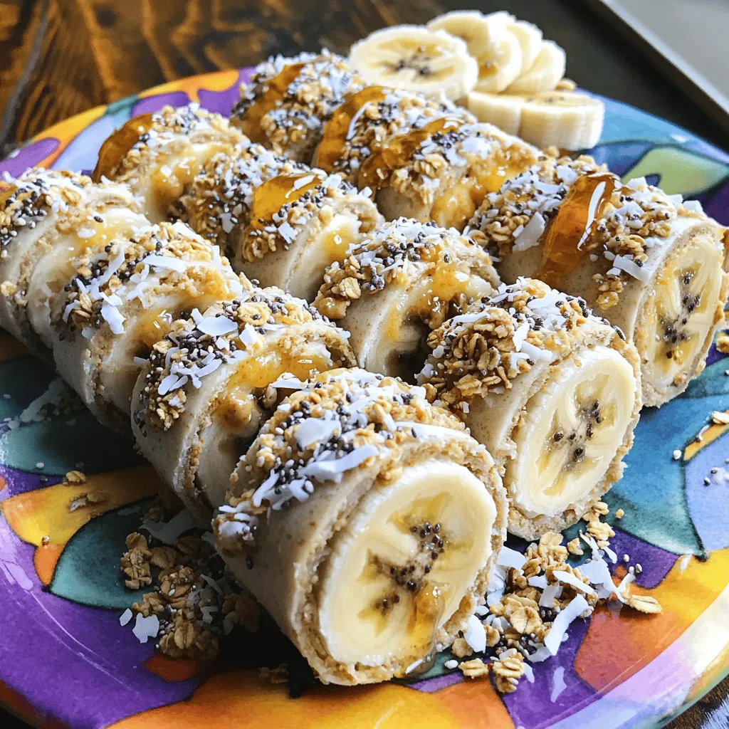 - 2 große Vollkorn-Tortillas - 4 Esslöffel Erdnussbutter - 2 reife Bananen - 1 Esslöffel Honig - 1/4 Tasse geraspelter Kokosnuss - 1/4 Tasse Granola - 1 Esslöffel Chiasamen Die Hauptzutaten für dieses Rezept sind einfach und nahrhaft. Vollkorn-Tortillas geben dir eine gute Basis. Sie sind reich an Ballaststoffen. Erdnussbutter sorgt für einen tollen Geschmack und gesunde Fette. Die reifen Bananen bringen natürliche Süße und einen tollen Biss. Du kannst auch optionale Zutaten hinzufügen. Honig kann die Süße erhöhen. Geraspelte Kokosnuss bietet eine schöne Textur und einen tropischen Geschmack. Granola macht das Sushi knuspriger, was sehr lecker ist. Chiasamen sind ein guter Zusatz für mehr Nährstoffe. Die Wahl der Zutaten ist wichtig. Sie beeinflussen den Geschmack und die Nährstoffe. Wenn du mehr Abwechslung willst, kannst du die Zutaten nach deinem Geschmack anpassen. Nutze die Full Recipe als Leitfaden, um dein perfektes Erdnussbutter-Bananen-Sushi zu machen. - Beginne mit zwei großen Vollkorn-Tortillas. - Verteile vier Esslöffel Erdnussbutter gleichmäßig auf jede Tortilla. - Wenn du es süßer magst, füge etwas Honig hinzu. - Schäle zwei reife Bananen und lege sie in die Mitte der Tortillas. - Streue geraspelte Kokosnuss, Granola und Chiasamen gleichmäßig um die Bananen. - Wickel die Tortillas straff um die Füllung. - Schneide die gerollten Tortillas in mundgerechte Stücke. - Zielen auf etwa 2,5 cm dicke Sushi-Stücke. - Arrangiere die Stücke auf einem bunten Teller. - Für den letzten Schliff träufelst du mehr Honig darüber, wenn du magst. Du hast jetzt leckeres Erdnussbutter-Bananen-Sushi, das einfach und schnell zuzubereiten ist. Schau dir das Full Recipe an, um alle Schritte und Zutaten im Detail zu sehen! Wählen Sie große Vollkorn-Tortillas für Ihr Erdnussbutter-Bananen-Sushi. Diese Tortillas sind nahrhaft und geben einen tollen Geschmack. Achten Sie darauf, dass die Tortillas frisch sind. Frische Tortillas sind flexibler und brechen nicht beim Rollen. Ich empfehle, die Tortillas leicht zu erwärmen. So lassen sie sich besser rollen und halten die Füllung gut zusammen. Um die Süße Ihres Sushi zu optimieren, können Sie Honig hinzufügen. Ein Esslöffel reicht oft aus. Wenn Sie es knusprig mögen, fügen Sie Granola hinzu. Die knusprige Textur macht das Essen noch spannender. Sie können auch andere Früchte wie Erdbeeren oder Äpfel verwenden. Schneiden Sie die Früchte in dünne Streifen. Diese geben Ihrem Sushi einen frischen und fruchtigen Geschmack. Seien Sie kreativ und probieren Sie verschiedene Kombinationen aus! {{image_4}} Manchmal möchte ich etwas Neues probieren. Eine tolle Option ist Mandelbutter. Sie gibt dem Sushi einen anderen Geschmack. Es ist nussig und süß zugleich. Wenn Sie Obst lieben, können Sie auch verschiedene Sorten verwenden. Äpfel, Beeren oder sogar Mango passen gut. Experimentieren macht das Essen spannend! Ich finde, gesunde Zusätze machen das Sushi noch besser. Eine einfache Idee ist, Proteinpulver zu integrieren. Das gibt extra Energie und hilft beim Sattwerden. Nüsse oder Samen sind auch eine tolle Ergänzung. Sie bringen einen schönen Crunch und sind voller Nährstoffe. So wird Ihr Erdnussbutter-Bananen-Sushi nicht nur lecker, sondern auch nahrhaft! - Kühlschranklagerung: Bewahren Sie die Reste im Kühlschrank auf. Legen Sie die Sushi-Stücke in einen luftdichten Behälter. So bleiben sie frisch. - Tipps zur Haltbarkeit: Die Reste halten sich bis zu zwei Tage. Achten Sie darauf, die Bananen nicht zu lange zu lagern. Sie können schnell braun werden. - Portionierung und Verpackung: Sie können die Zutaten im Voraus vorbereiten. Schneiden Sie die Tortillas und Bananen. Füllen Sie die Tortillas erst kurz vor dem Essen. So bleibt alles frisch und lecker. Erdnussbutter-Bananen-Sushi ist eine gesunde Wahl. Es hat viele Nährstoffe. - Erdnussbutter: Sie enthält Protein und gesunde Fette. - Bananen: Sie sind reich an Kalium und Ballaststoffen. - Vollkorn-Tortillas: Diese bieten wichtige Vitamine und Mineralien. Zusammen sind diese Zutaten nahrhaft und sättigend. Sie sind auch eine gute Energiequelle. Ja, du kannst es sehr leicht vegan machen. Ersetze einfach die Honig. Nutze einen pflanzlichen Sirup wie Agavendicksaft. - Erdnussbutter: Stelle sicher, dass sie ohne tierische Produkte ist. - Vollkorn-Tortillas: Überprüfe die Zutatenliste für tierische Produkte. Auf diese Weise bleibt das Sushi vegan und lecker. Ja, das Rezept ist perfekt für Kinder. Es ist einfach zu machen und macht Spaß. - Zubereitung: Kinder können bei der Zubereitung helfen. - Anpassungen: Du kannst die Zutaten nach den Vorlieben deines Kindes ändern. Das Sushi ist auch ein toller Snack für die Schule. Erdnussbutter-Bananen-Sushi hält sich gut. Im Kühlschrank bleibt es frisch für etwa 2 Tage. - Bei Raumtemperatur: Es sollte innerhalb von 1 Tag gegessen werden. - Aufbewahrung: Wickle die Stücke in Frischhaltefolie oder lege sie in einen Behälter. So bleibt dein Sushi lecker und gesund! Erdnussbutter-Bananen-Sushi ist einfach und lecker. Wir haben die besten Zutaten, die Zubereitung und Tipps besprochen. Du kannst es anpassen und verschieden lagern. Die Antworten auf häufige Fragen helfen dir weiter. Probiere auch Variationen mit anderen Nüssen oder Früchten aus. So bleibt dein Snack nie langweilig. Dieses Rezept erfüllt viele Wünsche und ist perfekt für alle. Genieße deine Kreationen und teile sie mit Freunden!