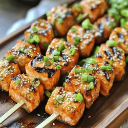 Knoblauch-Ingwer-Lachs-Spieße Saftig und Einfach