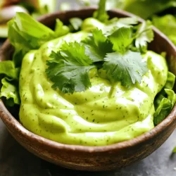 - 1 reife Avocado - 1 Tasse frische Korianderblätter, grob gehackt - 2 Esslöffel griechischer Joghurt Für dieses Dressing sind die Hauptzutaten sehr wichtig. Die Avocado macht das Dressing cremig und gesund. Koriander bringt frische Aromen. Griechischer Joghurt gibt dem Dressing eine tolle Konsistenz und einen leichten Geschmack. Diese Zutaten sind einfach zu finden und machen das Dressing besonders lecker. - 2 Esslöffel Limettensaft - 1 Knoblauchzehe, fein gehackt - 1/4 Teelöffel gemahlener Kreuzkümmel Limettensaft sorgt für einen frischen, sauren Kick. Knoblauch fügt einen kräftigen Geschmack hinzu. Kreuzkümmel bringt eine warme Note ins Dressing. Diese Gewürze helfen, die Aromen gut zu vermischen und machen das Dressing noch interessanter. - Salz und Pfeffer nach Geschmack - 2-3 Esslöffel Wasser (nach Bedarf für die Konsistenz) Du kannst das Dressing nach deinem Geschmack anpassen. Füge Salz und Pfeffer hinzu, um die Aromen zu betonen. Wenn das Dressing zu dick ist, verwende Wasser, um die richtige Konsistenz zu erreichen. So wird es perfekt für Salate oder als Dip. Um das Dressing zu machen, folge dem Vollständigen Rezept. - Halbiere die Avocado und entferne den Kern. - Das Fruchtfleisch in den Mixer geben. Zuerst nimmst du die Avocado und schneidest sie in der Mitte durch. Achte darauf, dass du den Kern gut entfernst. Verwende einen Löffel, um das grüne Fruchtfleisch herauszuschöpfen. Das Fruchtfleisch ist der Hauptbestandteil für unser Dressing. Lege es sofort in den Mixer. Frische Avocados geben dem Dressing eine tolle Cremigkeit. - Hinzufügen der Korianderblätter, Joghurt und Limettensaft. - Knoblauch und Kreuzkümmel hinzufügen. Jetzt ist es Zeit, die anderen Zutaten hinzuzufügen. Gib die grob gehackten Korianderblätter dazu. Der Koriander bringt einen frischen Geschmack. Füge dann den griechischen Joghurt für die Cremigkeit und den Limettensaft für die Frische hinzu. Der Knoblauch gibt dem Dressing einen schönen Kick. Schließlich streue den Kreuzkümmel hinein, um dem Geschmack mehr Tiefe zu verleihen. - Mixen bis zur gewünschten Konsistenz. - Nach Belieben Würzen und anpassen. Jetzt kommt der spaßige Teil! Püriere alles, bis es ganz glatt ist. Wenn das Dressing zu dick ist, gib nach und nach Wasser hinzu. Mische weiter, bis du die perfekte Konsistenz erreicht hast. Probiere das Dressing und passe es an. Füge mehr Salz oder Pfeffer hinzu, je nach deinem Geschmack. Wenn du mehr Frische möchtest, kannst du noch etwas Limettensaft hinzufügen. Das ist deine Schritt-für-Schritt-Anleitung für cremiges Avocado-Koriander-Dressing. Du kannst das Rezept in der Vollständigen Anleitung nachlesen. Wenn dein Dressing zu dick ist, füge einfach Wasser hinzu. Beginne mit einem Esslöffel. Püriere die Mischung erneut und schaue, ob die Textur passt. Manchmal mag ich auch die Idee, andere Flüssigkeiten zu verwenden. Du kannst Limettensaft oder Gemüsebrühe probieren. Diese geben dem Dressing mehr Geschmack und eine tolle Konsistenz. Die Lagerung ist wichtig für die Frische. Bewahre das Dressing in einem luftdichten Behälter im Kühlschrank auf. So bleibt es länger gut. Idealerweise hält es sich bis zu einer Woche. Wenn du das Dressing länger aufbewahren willst, denke daran, die Zutaten frisch zu halten. Vermeide, das Dressing mit schmutzigen Löffeln zu berühren. So bleibt es frisch und schmackhaft. Zusätzlich kannst du die Haltbarkeit verlängern. Wenn du das Dressing machst, füge etwas mehr Limettensaft hinzu. Dies hilft, das Dressing frisch zu halten und es vor dem Verderben zu schützen. {{image_4}} Wenn du eine vegane Version machen möchtest, kannst du den griechischen Joghurt leicht ersetzen. Nimm einfach ungesüßten Sojajoghurt oder Cashewcreme. Beide geben dir eine cremige Textur, die deinem Dressing hilft. Du kannst auch Avocadoöl anstelle von Joghurt verwenden, um einen reichen Geschmack zu erzielen. Diese pflanzlichen Zutaten sind lecker und gesund. Wenn du deinem Dressing mehr Kick geben möchtest, füge ein paar Jalapeños hinzu. Das gibt deinem Dressing eine schöne Schärfe. Du kannst auch etwas Limetten- oder Zitronenschale reiben und hinzufügen. Das bringt mehr Frische und macht das Dressing noch spannender. Experimentiere mit diesen Optionen, um deinen Geschmack zu treffen! Dieses Dressing ist nicht nur für Salate. Nutze es als Dip für frisches Gemüse. Karotten, Sellerie und Paprika passen perfekt. Du kannst es auch über gegrilltes Gemüse träufeln oder es zu Tacos servieren. Die Möglichkeiten sind unendlich! Kombiniere das Dressing mit anderen Salaten und Gerichten für einen tollen Geschmack. Du wirst sehen, es passt überall gut hin! Um dein cremiges Avocado-Koriander-Dressing gut aufzubewahren, solltest du es in einem luftdichten Behälter im Kühlschrank lagern. So bleibt es frisch und lecker. Du kannst es bis zu fünf Tage lang verwenden. Wenn du das Dressing länger aufbewahren möchtest, achte darauf, es gut zu verschließen. So bleibt der Geschmack voll erhalten. Wenn du das Dressing einfrieren möchtest, ist das möglich. Fülle es einfach in einen gefrierfesten Behälter. Lass etwas Platz, damit es sich ausdehnen kann. Zum Auftauen lege es über Nacht in den Kühlschrank. Die Qualität kann nach dem Auftauen etwas variieren. Es kann dicker werden, also püriere es erneut mit etwas Wasser für die richtige Konsistenz. Das Dressing hält sich gut bis zu einer Woche im Kühlschrank. Bewahre es in einem luftdichten Behälter auf. Überprüfe es vor der Nutzung. Wenn es einen schlechten Geruch hat oder die Farbe sich verändert, schmeiß es weg. Frische Zutaten sind wichtig für den Geschmack. Ja, du kannst das Dressing im Voraus zubereiten. Das spart Zeit und macht das Kochen einfacher. Wenn du es vorbereitest, wird der Geschmack intensiver. Du kannst es am Vortag zubereiten und im Kühlschrank lagern. Das Dressing passt zu vielen Gerichten. Probiere es auf frischen Salaten, gegrilltem Gemüse oder Tacos. Es ist auch lecker als Dip für Gemüse oder nach dem Grillen. Du kannst es sogar über Burritos oder Sandwiches träufeln. Für das vollständige Rezept, schau dir die Anleitung an. Dort findest du die genauen Schritte zur Zubereitung des cremigen Avocado-Koriander-Dressings. Das cremige Avocado-Koriander-Dressing ist einfach und lecker. Wir haben die Hauptzutaten wie Avocado, Koriander und Joghurt besprochen. Dann haben wir die Gewürze und Anpassungen behandelt. Ich habe dir Tipps gegeben, wie du das Dressing lagern und sogar einfrieren kannst. Nutze es als Dip oder zu deinem Salat. Mit ein wenig Kreativität kannst du viele Variationen ausprobieren. Probiere es aus und genieße die frischen Aromen in deinen Gerichten!