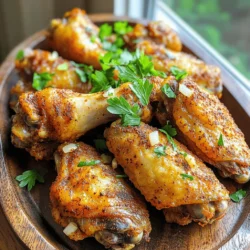 Für ein tolles Rezept benötigst du die folgenden Hauptzutaten: - 900 g Hähnchenflügel - 2 Esslöffel Backpulver (aluminiumfrei) - 1 Teelöffel Knoblauchpulver - 1 Teelöffel Zwiebelpulver - 1 Teelöffel geräuchertes Paprika-Pulver - 1/2 Teelöffel Salz - 1/2 Teelöffel schwarzer Pfeffer - 1/4 Teelöffel Cayennepfeffer (optional, für Schärfe) - Frische Petersilie, zum Garnieren Diese Zutaten machen die Hähnchenflügel knusprig und geschmackvoll. Die Kombination aus Gewürzen bringt die Flügel auf ein neues Level. Die Würzmischung ist der Schlüssel für das Aroma. Du brauchst: - 2 Esslöffel Backpulver (aluminiumfrei) - 1 Teelöffel Knoblauchpulver - 1 Teelöffel Zwiebelpulver - 1 Teelöffel geräuchertes Paprika-Pulver - 1/2 Teelöffel Salz - 1/2 Teelöffel schwarzer Pfeffer - 1/4 Teelöffel Cayennepfeffer (optional) Diese Gewürze geben den Flügeln den perfekten Geschmack. Für die Zubereitung dieser köstlichen Hähnchenflügel brauchst du einige Hilfsmittel: - Airfryer - Große Schüssel - Küchenpapier - Messlöffel Mit diesen Werkzeugen gelingt dir das Rezept einfach. Der Airfryer sorgt für die knusprige Textur, die wir alle lieben. Um die besten knusprigen Airfryer Hähnchenflügel zu machen, beginne mit frischen Hähnchenflügeln. Du musst sie gründlich trocknen. Nimm ein sauberes Küchentuch oder Küchenpapier. Tupfe die Hähnchenflügel vorsichtig ab. Das entfernt die Feuchtigkeit. Weniger Feuchtigkeit bedeutet mehr Knusprigkeit. Jetzt kommt der spaßige Teil! Du stellst deine Gewürzmischung her. Nimm eine große Schüssel und füge folgende Zutaten hinzu: - 2 Esslöffel Backpulver - 1 Teelöffel Knoblauchpulver - 1 Teelöffel Zwiebelpulver - 1 Teelöffel geräuchertes Paprika-Pulver - 1/2 Teelöffel Salz - 1/2 Teelöffel schwarzer Pfeffer - 1/4 Teelöffel Cayennepfeffer (optional) Mische alles gut. Füge dann die trockenen Hähnchenflügel hinzu. Wende sie sorgfältig, bis sie gleichmäßig gewürzt sind. Heize nun deinen Airfryer vor. Stelle ihn auf 200°C für etwa 5 Minuten. Wenn er heiß ist, leg die gewürzten Flügel in den Korb. Achte darauf, dass sie in einer einzigen Schicht liegen. Überfülle den Korb nicht. Das ist wichtig für die Luftzirkulation. Koche die Hähnchenflügel für 25 bis 30 Minuten. Wende sie zur Hälfte der Garzeit. So werden sie gleichmäßig knusprig. Wenn du extra Knusprigkeit willst, erhöhe die Temperatur in den letzten 5 Minuten auf 220°C. Wenn du mehr Details benötigst, schau dir das Full Recipe an! Um knusprige Hähnchenflügel zu bekommen, starten Sie mit trockenen Flügeln. Tupfen Sie die Hähnchenflügel gründlich mit Küchenpapier ab. Feuchtigkeit macht die Haut weich. Verwenden Sie Backpulver in der Würzmischung. Es hilft, die Haut knusprig zu machen. Mischen Sie die Gewürze gut, bevor Sie die Flügel hinzufügen. So verteilt sich der Geschmack gleichmäßig. Heizen Sie den Airfryer vor. Stellen Sie die Temperatur auf 200°C ein. Kochen Sie die Flügel 25 bis 30 Minuten lang. Wenden Sie sie in der Mitte der Garzeit. Wenn Sie extra Knusprigkeit wollen, erhöhen Sie die Temperatur in den letzten 5 Minuten auf 220°C. So werden die Flügel goldbraun und knusprig. Seien Sie kreativ mit den Gewürzen! Fügen Sie verschiedene Paprikasorten hinzu. Experimentieren Sie mit Kräutern wie Thymian oder Oregano. Für einen scharfen Kick verwenden Sie mehr Cayennepfeffer. Auch Honig oder Sojasauce können eine leckere Marinade ergeben. Passen Sie die Würze an Ihren Geschmack an. So machen Sie jedes Mal einzigartige Flügel. Nutzen Sie das [Full Recipe], um die genaue Würzmischung zu erfahren. {{image_4}} Sie können die Hähnchenflügel nach Ihrem Geschmack anpassen. Marinaden sind eine großartige Möglichkeit, neue Aromen zu entdecken. Hier sind einige Ideen: - Honig-Senf: Mischen Sie Honig, Senf und etwas Sojasauce. - BBQ: Verwenden Sie Ihre Lieblings-Barbecue-Sauce für einen rauchigen Geschmack. - Asiatisch: Sojasauce, Ingwer und Sesamöl bieten einen tollen Kick. Experimentieren Sie mit den Marinaden. Lassen Sie die Flügel mindestens 30 Minuten marinieren. So ziehen die Aromen gut ein. Wenn Sie gesunde Beilagen suchen, probieren Sie frisches Gemüse. Karotten und Sellerie sind ideal. Sie sind knackig und leicht. Auch ein schöner Salat passt gut. - Gemüsesticks: Bieten Sie Gurken, Paprika und Karotten an. - Dips: Hummus oder Joghurt-Dips sind gesund und lecker. Diese Beilagen ergänzen die knusprigen Flügel bestens und machen Ihr Essen leicht und frisch. Falls Sie eine vegane Option suchen, gibt es tolle Alternativen. Blumenkohl eignet sich hervorragend. Er wird ähnlich zubereitet wie die Hähnchenflügel. - Blumenkohlflügel: Marinieren Sie sie wie die Hähnchenflügel. - Tofu: Würfeln Sie festen Tofu und nehmen Sie die gleiche Marinade. Diese Optionen sind lecker und bringen Vielfalt auf den Tisch. So kann jeder genießen, egal ob vegan oder nicht. Wenn Sie Hähnchenflügel übrig haben, lagern Sie sie richtig. Lassen Sie die Flügel zuerst auf Raumtemperatur abkühlen. Legen Sie sie dann in einen luftdichten Behälter. Verwenden Sie Frischhaltefolie oder Aluminiumfolie, um den Behälter abzudecken. Das hält die Flügel frisch. Sie können auch eine wiederverschließbare Plastiktüte nutzen. Drücken Sie die Luft heraus, bevor Sie sie verschließen. Um die Flügel wieder knusprig zu machen, heizen Sie Ihren Airfryer auf 180°C vor. Legen Sie die Flügel in den Korb. Erhitzen Sie sie etwa 8-10 Minuten. Wenden Sie sie nach der Hälfte der Zeit. So wird die Haut schön knusprig. Sie können auch den Ofen nutzen. Legen Sie die Flügel auf ein Backblech und backen Sie sie bei 200°C für 10-15 Minuten. Reste von Hähnchenflügeln sind im Kühlschrank 3 bis 4 Tage haltbar. Achten Sie darauf, den Behälter dicht zu verschließen. Sie können die Flügel auch einfrieren. So halten sie bis zu 3 Monate. Achten Sie darauf, sie gut einzupacken, um Gefrierbrand zu vermeiden. Um die besten Ergebnisse zu erzielen, essen Sie die Flügel frisch oder innerhalb der empfohlenen Fristen. Die Hähnchenflügel müssen 25 bis 30 Minuten im Airfryer garen. Wenden Sie sie nach der Hälfte der Zeit. So werden sie gleichmäßig knusprig. Wenn Sie eine goldene Farbe wollen, erhöhen Sie die Temperatur am Ende auf 220°C. Das sorgt für eine extra knusprige Oberfläche. Ja, Sie können die Flügel im Voraus vorbereiten. Marinieren Sie sie mit der Gewürzmischung und lassen Sie sie im Kühlschrank stehen. So können die Aromen gut einziehen. Sie können die Flügel bis zu zwei Tage im Voraus vorbereiten. Einfach im Airfryer garen, wenn Sie bereit sind. Um die Hähnchenflügel schärfer zu machen, fügen Sie mehr Cayennepfeffer hinzu. Sie können auch scharfe Soßen wie Sriracha oder Habanero-Sauce verwenden. Mischen Sie die Sauce in die Gewürzmischung oder träufeln Sie sie nach dem Garen über die Flügel. So erhalten Sie eine köstliche Schärfe, die jedem Biss einen Kick verleiht. Um perfekte knusprige Hähnchenflügel zuzubereiten, müssen Sie die richtigen Zutaten nutzen. Beginnen Sie mit der Vorbereitung und der Gewürzmischung. Verwenden Sie den Airfryer für die besten Ergebnisse. Achten Sie auf Temperatur und Garzeit für die perfekte Textur. Experimentieren Sie mit verschiedenen Geschmacksrichtungen und gesunden Beilagen. Lagern Sie Reste korrekt, damit sie frisch bleiben. Folgen Sie diesen Tipps, und genießen Sie köstliche Flügel, die jeder mag!