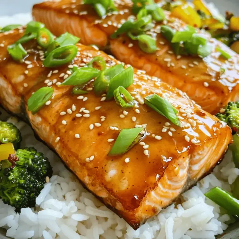 - 4 Lachsfilets (jeweils 170 Gramm) - 60 ml Honig - 45 ml Sojasauce (oder Tamari für glutenfrei) - 3 Knoblauchzehen, fein gehackt - 1 Esslöffel frischer Ingwer, gerieben Die Hauptzutaten sind einfach zu finden und bringen viel Geschmack. Lachs ist gesund und reich an Omega-3-Fettsäuren. Der Honig gibt eine süße Note, während die Sojasauce für Umami sorgt. Knoblauch und Ingwer bringen Frische und Wärme in das Gericht. - 15 ml Reisessig - 15 ml Sesamöl - 2 Frühlingszwiebeln, in Ringe geschnitten (zum Garnieren) - 1 Teelöffel Sesamsamen (optional, zum Garnieren) Die Würz- und Garnierungszutaten sind wichtig für das finale Aroma. Reisessig bringt eine milde Säure, die gut mit der Süße des Honigs harmoniert. Sesamöl gibt einen nussigen Geschmack. Frühlingszwiebeln und Sesamsamen sind perfekte Garnierungen, die das Gericht ansprechend machen. Für das vollständige Rezept, schaue dir die gesamte Anleitung an. Zuerst mache ich die Honig-Knoblauch-Glasur. Ich nehme eine kleine Schüssel und vermische folgende Zutaten: - 60 ml Honig - 45 ml Sojasauce - 3 Knoblauchzehen, fein gehackt - 1 Esslöffel frischer Ingwer, gerieben - 15 ml Reisessig - 15 ml Sesamöl Ich rühre alles gut um, bis die Mischung gleichmäßig ist. Das ist der Schlüssel zu diesem Rezept. Jetzt bereite ich das Backblech vor. Ich lege es mit Backpapier aus. Das macht die Reinigung später einfacher und verhindert, dass der Lachs kleben bleibt. Nun kommen die Lachsfilets. Ich nehme vier Lachsfilets, die jeweils 170 Gramm wiegen. Diese lege ich mit der Hautseite nach unten auf das Backblech. Ich würze die Filets leicht mit Salz und Pfeffer. Danach bestreiche ich die Oberseite der Lachsfilets großzügig mit der Honig-Knoblauch-Glasur. Es ist wichtig, einen Teil der Glasur für später aufzuheben. Jetzt heize ich den Ofen auf 200 °C vor. Ich backe den Lachs für 12 bis 15 Minuten. Man erkennt, dass der Lachs fertig ist, wenn er sich leicht mit einer Gabel zerteilen lässt. Während des Backens bestreiche ich die Filets einmal mit der restlichen Glasur. So wird der Geschmack noch intensiver. Nach dem Backen nehme ich den Lachs aus dem Ofen. Ich lasse ihn einige Minuten ruhen. So bleibt der Lachs saftig. Für die Garnitur schneide ich zwei Frühlingszwiebeln in Ringe. Ich streue die Ringe über die Filets. Manchmal füge ich auch Sesamsamen hinzu. Das sieht schön aus und gibt einen tollen Crunch. Ich serviere den glasierten Lachs am liebsten auf einem Bett aus gedämpftem Reis oder Quinoa. Dazu passt sautiertes Gemüse wie Brokkoli oder Spargel. So entsteht eine farbenfrohe und nahrhafte Mahlzeit. Um den perfekten Lachs zu garen, achte auf die Farbe. Der Lachs sollte innen leicht rosa sein. Du kannst auch mit einer Gabel testen. Wenn sich der Lachs leicht zerteilen lässt, ist er fertig. Backe den Lachs bei 200 °C für 12-15 Minuten. Du kannst ihn auch in einer Pfanne braten. Das geht schnell und gibt einen tollen Geschmack. Achte darauf, den Lachs nicht zu überkochen. Überkochen macht den Lachs trocken und zäh. Wenn du rohen Lachs handhabst, wasche deine Hände gut. Halte rohen Fisch von anderen Lebensmitteln fern. Lagere den Lachs im Kühlschrank und verbrauche ihn schnell. So bleibst du sicher und gesund. Für mehr Tipps schaue dir das [Full Recipe] an. {{image_4}} Vegane Alternativen Wenn du eine vegane Option suchst, ersetze die Lachsfilets durch Tofu oder Tempeh. Mariniere sie mit der gleichen Honig-Knoblauch-Glasur. Wenn du die Glasur vegan machen möchtest, nutze Agavendicksaft anstelle von Honig. Das gibt dir einen süßen Geschmack, der gut passt. Weitere Glasuren ausprobieren Du kannst auch andere Glasuren nutzen. Eine Teriyaki-Glasur bringt eine süße und salzige Note. Oder probiere eine Zitronen-Kräuter-Glasur für einen frischen Geschmack. Experimentiere mit verschiedenen Kombinationen, um deinen Favoriten zu finden. Gemüsesorten, die gut passen Zu diesem Lachs passen viele Gemüsesorten. Brokkoli und grüne Bohnen sind tolle Optionen. Du kannst sie dünsten oder anbraten. Auch Karotten oder Spargel bringen Farbe auf den Teller. Achte darauf, sie nicht zu lange zu garen, damit sie knackig bleiben. Reis- und Quinoa-Optionen Serviere den Lachs auf einem Bett aus Reis oder Quinoa. Beides ist nahrhaft und lecker. Du kannst auch braunen Reis verwenden, wenn du mehr Ballaststoffe willst. Quinoa ist glutenfrei und hat einen nussigen Geschmack. Es passt gut zu den Aromen des Lachses. Kühlung und Haltbarkeit Du kannst Reste des Honig-Knoblauch glasierten Lachses einfach aufbewahren. Lege die Reste in einen luftdichten Behälter. So bleiben sie frisch. Im Kühlschrank halten sie sich bis zu drei Tage. Achte darauf, dass der Lachs gut abgekühlt ist, bevor du ihn verpackst. Einfrieren des glasierten Lachses Wenn du mehr Reste hast, kannst du den glasierten Lachs auch einfrieren. Wickel ihn gut in Folie oder lege ihn in einen Gefrierbehälter. So bleibt der Geschmack erhalten. Im Gefrierschrank hält er sich bis zu drei Monate. Denke daran, ihn langsam im Kühlschrank aufzutauen, bevor du ihn wieder aufwärmst. Wiedererwärmung im Ofen oder in der Mikrowelle Um den Lachs wieder aufzuwärmen, nutze den Ofen für die beste Textur. Heize deinen Ofen auf 180 °C vor. Lege den Lachs auf ein Backblech und decke ihn mit Folie ab. So bleibt er saftig. Erwärme ihn für etwa 10 Minuten oder bis er warm ist. Wenn du es schneller magst, kannst du die Mikrowelle nutzen. Lege den Lachs auf einen mikrowellengeeigneten Teller. Decke ihn mit einem feuchten Küchenpapier ab. Erhitze ihn in kurzen Intervallen von 30 Sekunden, bis er warm ist. Achte darauf, dass er nicht zu lange bleibt, damit er nicht austrocknet. Probiere diese Aufbewahrungs- und Aufwärmtipps, um das Beste aus deinem Honig-Knoblauch glasierten Lachs herauszuholen! Ich empfehle, den Lachs bei 200 °C zu garen. Die Garzeit beträgt 12 bis 15 Minuten. Der Lachs ist fertig, wenn er sich leicht mit einer Gabel zerteilen lässt. Achte darauf, ihn nicht zu lange zu backen, damit er saftig bleibt. Ja, du kannst die Glasur für viele Fischarten nutzen. Die süße und würzige Mischung passt gut zu Forelle, Kabeljau oder Tilapia. Experimentiere mit verschiedenen Fischen, um neue Aromen zu entdecken. Ja, das Rezept kann glutenfrei sein. Verwende Tamari anstelle von Sojasauce. Tamari hat einen ähnlichen Geschmack, aber ohne Gluten. So kannst du das Rezept genießen, auch wenn du glutenfrei essen möchtest. Um das Gericht würziger zu machen, füge etwas rote Chiliflocken oder frische Chili hinzu. Du kannst auch einen Spritzer Sriracha oder eine andere scharfe Sauce in die Glasur geben. So erhält dein Lachs einen tollen Kick! Wir haben die wichtigsten Zutaten, wie Lachsfilets, Honig und Sojasauce, behandelt. Ich habe eine einfache Anleitung für die Zubereitung bereitgestellt. Du hast verschiedene Tipps zur perfekten Garzeit und Sicherheit gelesen. Das Rezept bietet Variationen, um den Lachs anzupassen. Vergiss nicht die Lagerhinweise, um Reste frisch zu halten. Experimentiere mit anderen Fischsorten oder füge Gewürze hinzu. So bleibt dein Gericht immer spannend und lecker. Lass deiner Kreativität freien Lauf und genieße das Kochen!
