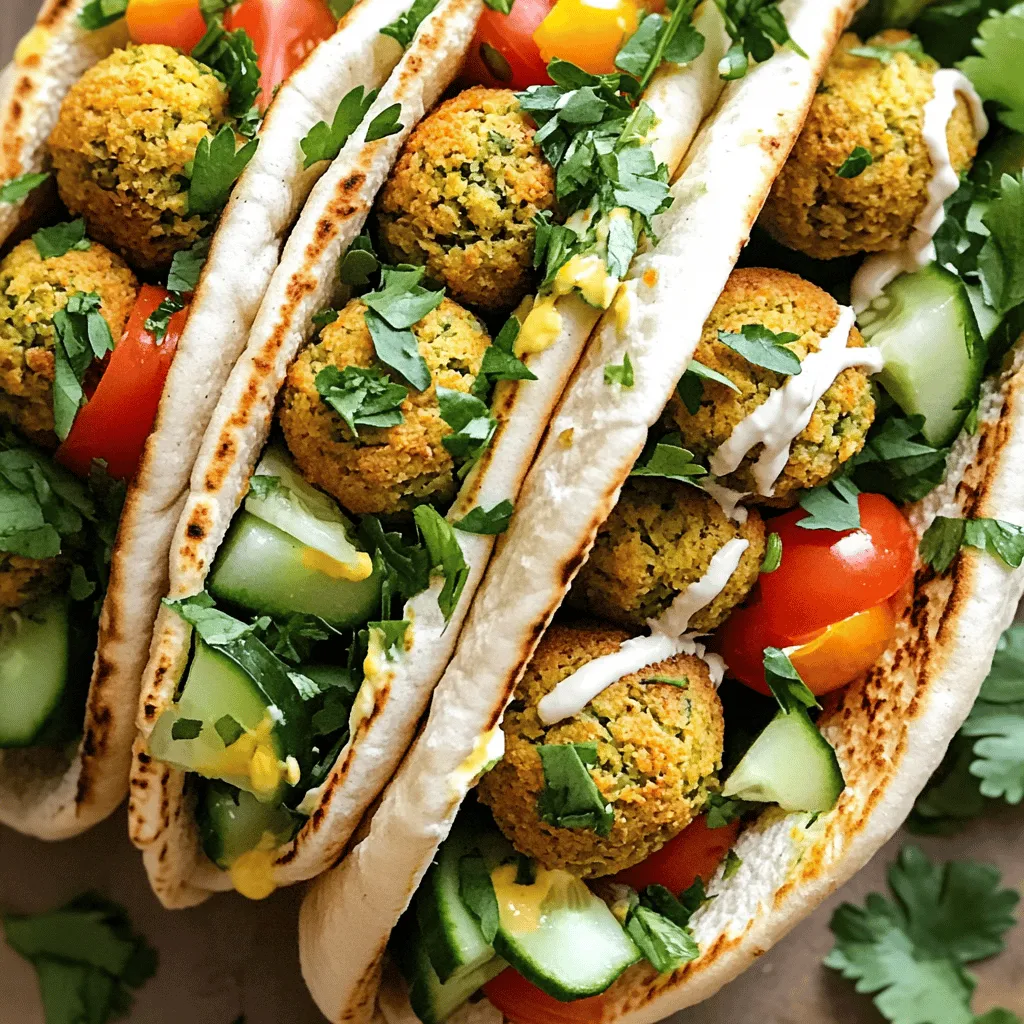 Für die knusprigen Falafel benötigst du folgende Zutaten: - 1 Tasse getrocknete Kichererbsen (über Nacht eingeweicht) - 1 kleine Zwiebel, gewürfelt - 3 Knoblauchzehen, fein gehackt - 1/4 Tasse frische Petersilie, gehackt - 1/4 Tasse frischer Koriander, gehackt - 1/2 Teelöffel Backpulver - Salz und Pfeffer nach Geschmack Diese Zutaten sind die Basis für die Falafel. Die Kichererbsen geben dir die richtige Textur. Zwiebeln und Knoblauch sorgen für einen tollen Geschmack. Petersilie und Koriander bringen frische Aromen. Für die leckere Füllung der Pitas kannst du folgende frische Zutaten verwenden: - 4 Fladenbrote - Frisches Gemüse (Tomaten, Gurken, Kopfsalat) - Tahini- oder Joghurtsoße zum Servieren Das Gemüse macht die Pitas bunt und knackig. Die Soße sorgt für Extra-Geschmack. Du kannst hier auch kreativ sein und dein Lieblingsgemüse auswählen. Gewürze sind der Schlüssel zu jedem guten Gericht. Hier sind die Gewürze, die du brauchst: - 2 Teelöffel gemahlener Kreuzkümmel - 1 Teelöffel gemahlener Koriander - 3 Esslöffel Olivenöl (plus mehr zum Beträufeln) Kreuzkümmel und Koriander geben den Falafeln ihre besondere Note. Olivenöl sorgt für eine knusprige Oberfläche. Du kannst auch mehr Öl verwenden, um die Falafel noch krosser zu machen. Für das vollständige Rezept kannst du den Abschnitt [Full Recipe] aufrufen. Um die Kichererbsen vorzubereiten, beginne mit getrockneten Kichererbsen. Du solltest sie über Nacht in Wasser einweichen. Das macht sie weich und erleichtert das Mischen. Am nächsten Tag spüle sie gut ab. Das ist wichtig, um überschüssige Stärke zu entfernen. Jetzt kommt der spannende Teil! Gib die eingeweichten Kichererbsen, gewürfelte Zwiebel, gehackten Knoblauch, Petersilie und Koriander in eine Küchenmaschine. Füge die Gewürze hinzu: Kreuzkümmel, gemahlener Koriander, Backpulver sowie Salz und Pfeffer. Pulse die Mischung, bis sie gut vermischt, aber noch etwas grob ist. Achte darauf, die Mischung nicht zu pürieren, damit die Falafel eine schöne Textur haben. Forme kleine Bällchen oder Patties aus der Mischung. Sie sollten etwa 4 cm groß sein. Lege sie auf ein mit Backpapier ausgelegtes Backblech. Beträufle sie mit etwas Olivenöl. Jedes Stück sollte leicht benetzt sein, damit sie schön knusprig werden. Heize den Ofen auf 200°C vor. Backe die Falafel 25 bis 30 Minuten lang. Wende sie nach der Hälfte der Zeit, damit sie gleichmäßig braun werden. Sie sollten goldbraun und knusprig sein. Während die Falafel backen, kannst du die Pita-Taschen vorbereiten. Erwärme die Fladenbrote für die letzten 5 Minuten im Ofen. Sobald die Falafel fertig sind, schneide die Pitas auf. Fülle sie mit frischem Gemüse und den knusprigen Falafeln. Zum Schluss kannst du deine Pitas mit Tahini- oder Joghurtsoße beträufeln. Das gibt einen extra köstlichen Geschmack. Für die vollständige Anleitung, schau dir das Rezept für Crispy Baked Falafel Pitas an. Um deine Falafel perfekt knusprig zu bekommen, achte auf diese Tipps: - Eingeweichte Kichererbsen: Verwende immer getrocknete Kichererbsen, die du über Nacht einweichst. Frisch gekochte Kichererbsen machen die Mischung zu feucht. - Weniger ist mehr: Verarbeite die Mischung in der Küchenmaschine nur kurz. Sie sollte grob bleiben, damit die Falafel nicht zusammenfallen. - Olivenöl: Beträufle die Falafel gut mit Olivenöl, bevor du sie backst. So wird die Außenhaut schön knusprig. - Hohe Temperatur: Backe die Falafel bei 200°C für die beste Textur. Die Hitze sorgt für einen schönen Goldton. Es gibt einige häufige Fehler, die du bei der Zubereitung von Falafel vermeiden solltest: - Zu feuchte Mischung: Achte darauf, dass die Mischung nicht zu nass ist. Das führt zu matschigen Falafeln. - Zu dicke Patties: Mache die Falafel nicht zu dick. Dünnere Patties backen gleichmäßiger und werden knuspriger. - Nicht genug Gewürze: Falafel braucht Geschmack. Schmecke die Mischung gut ab, bevor du sie formst. Es gibt viele tolle Möglichkeiten, wie du deine Crispy Baked Falafel Pitas servieren kannst: - Frisches Gemüse: Fülle deine Pitas mit knackigen Tomaten, Gurken und Kopfsalat. - Dip-Optionen: Serviere sie mit einer Tahini- oder Joghurtsoße für extra Geschmack. - Kräuter: Frische Kräuter wie Petersilie oder Koriander passen wunderbar dazu und bringen mehr Frische. - Beilagen: Du kannst auch eine bunte Salatplatte daneben stellen. Das macht das Essen noch schöner. Für das vollständige Rezept, schau dir die Anleitung in der [Full Recipe] an. {{image_4}} Für vegane und glutenfreie Falafel sind die Zutaten einfach anzupassen. Die Kichererbsen sind von Natur aus vegan und glutenfrei. Achte darauf, glutenfreies Pita-Brot zu wählen oder verwende Salatblätter als Wrap. Du kannst auch Quinoa oder Reis als Füllung nutzen. Diese Optionen bieten einen tollen Geschmack und sind nährstoffreich. So kannst du sicher sein, dass alle genießen können. Um deinen Falafel einen besonderen Kick zu geben, probiere verschiedene Gewürze aus. Füge etwas Paprika oder Cayennepfeffer hinzu, um es schärfer zu machen. Zimt oder Muskatnuss können einen warmen, süßen Geschmack verleihen. Experimentiere mit frischen Kräutern wie Dill oder Minze für neue Aromen. Diese kleinen Änderungen machen deine Falafel einzigartig und spannend. Wenn du kein Pita-Brot magst, gibt es viele Alternativen. Fladenbrot oder Tortillas sind ebenfalls großartig. Du kannst auch Gemüse wie Zucchini oder Auberginen verwenden, um deine Falafel zu umwickeln. Diese Alternativen sind gesund und lecker. Sie geben jedem Biss eine besondere Note. Probiere sie aus und finde deine Lieblingskombination. Für die vollständige Zubereitung und genaue Mengen, schau dir das [Full Recipe] an. Um die Falafel frisch zu halten, lege sie in einen luftdichten Behälter. Du kannst sie auch in Backpapier wickeln, bevor du sie in den Behälter legst. So bleibt die Knusprigkeit erhalten. Stelle den Behälter in den Kühlschrank. Bei richtiger Lagerung bleiben die Falafel bis zu vier Tage frisch. Die Pita-Brote sind am besten, wenn du sie frisch isst. Wenn du sie jedoch aufbewahren musst, lege sie in eine Tüte. So bleiben sie weich. Sie sind bis zu drei Tage haltbar. Achte darauf, dass sie nicht austrocknen. Um die Falafel wieder knusprig zu machen, lege sie in den Ofen. Heize den Ofen auf 180°C vor. Backe sie für etwa 10 Minuten. So werden sie wieder schön warm und knusprig. Du kannst auch eine Pfanne verwenden. Erhitze sie dort bei mittlerer Hitze für einige Minuten. Die Pitas kannst du ebenfalls im Ofen oder in einer Pfanne erwärmen. So schmecken sie wie frisch gebacken. Um perfekte Falafel zu machen, beginne mit getrockneten Kichererbsen. Weiche sie über Nacht ein. Verwende eine Küchenmaschine, um die Kichererbsen, Zwiebeln, Knoblauch, Petersilie und Koriander zu mischen. Achte darauf, die Mischung nicht zu pürieren. Sie sollte grob und texturiert bleiben. Forme kleine Bällchen oder Patties und backe sie dann bei 200°C für 25-30 Minuten. Dies ergibt eine knusprige Außenseite und eine weiche Innenseite. Ja, Falafel sind gesund! Sie bestehen aus Kichererbsen, die reich an Ballaststoffen und Proteinen sind. Diese Nährstoffe fördern die Verdauung und helfen, den Blutzuckerspiegel stabil zu halten. Außerdem enthalten sie frische Kräuter, die Antioxidantien bieten. Wenn du sie im Ofen backst, anstatt sie zu frittieren, verwendest du weniger Öl und machst sie noch gesünder. Ja, du kannst die Falafel im Voraus zubereiten. Du kannst die Mischung für die Falafel bis zu zwei Tage im Kühlschrank aufbewahren. Forme die Bällchen oder Patties und lagere sie in einem luftdichten Behälter. Wenn du bereit bist, sie zu essen, backe sie einfach frisch. Du kannst auch übrig gebliebene Falafel im Kühlschrank lagern und später aufwärmen. Diese Anleitung hat dir gezeigt, wie du köstliche Falafel zubereitest. Wir haben die Hauptzutaten und die Zubereitungsschritte besprochen. Zudem gab es hilfreiche Tipps, um die Falafel perfekt hinzubekommen. Variationen und Lagerung wurden ebenfalls behandelt. Wenn du diese Schritte befolgst, wirst du immer leckere Falafel genießen. Probiere verschiedene Variationen aus und finde deinen Favoriten. Falafel sind nicht nur lecker, sie sind auch gesund und einfach zuzubereiten. Mach dich ans Werk und kreiere dein eigenes Gericht!