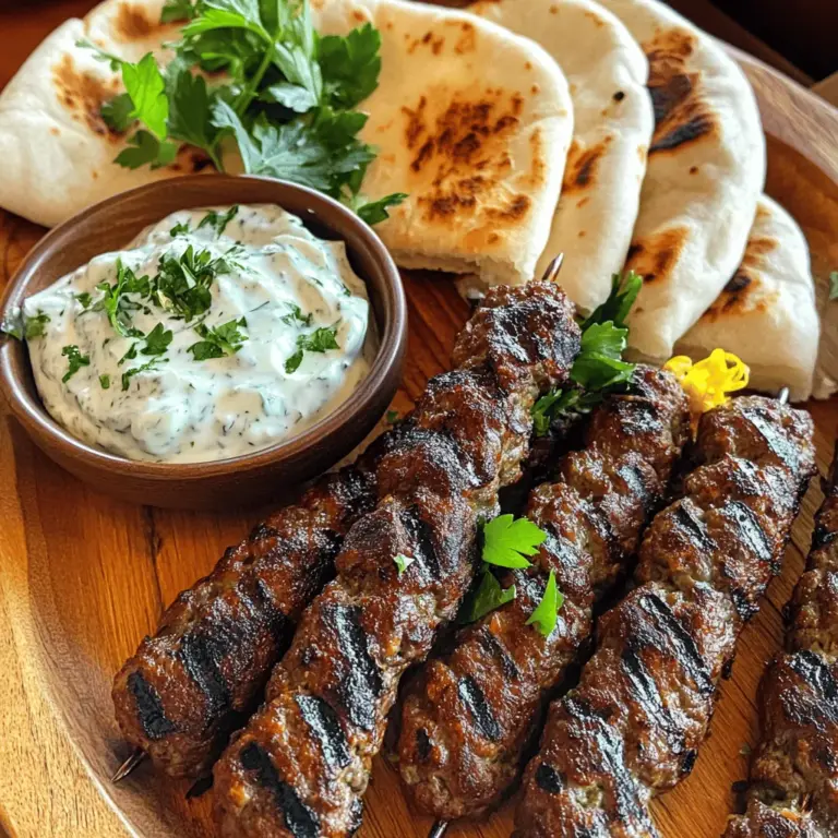Für die perfekten Rinder-Kofta-Spieße benötigst du wenige, aber frische Zutaten: - 450 g Rinderhackfleisch (20% Fettgehalt) - 1 kleine Zwiebel, fein gerieben - 2 Knoblauchzehen, gehackt - 1 Esslöffel frische Petersilie, gehackt - 1 Esslöffel frische Minze, gehackt Diese Zutaten sorgen für einen tollen Geschmack und eine saftige Textur. Die richtigen Gewürze machen die Kofta besonders. Hier sind die wichtigsten Gewürze: - 1 Teelöffel gemahlener Kreuzkümmel - 1 Teelöffel gemahlener Koriander - 1/2 Teelöffel Paprika - 1/2 Teelöffel Zimt - Salz und Pfeffer nach Geschmack Diese Gewürze geben den Spießen eine wunderbare Tiefe. Kreuzkümmel und Koriander bringen eine warme Note. Paprika und Zimt fügen etwas Süße und Komplexität hinzu. Kofta-Spieße schmecken am besten, wenn du sie mit etwas Leckerem servierst. Pita-Brot ist eine tolle Wahl. Es ist weich und perfekt, um die Spieße einzuwickeln. Zusätzlich empfehle ich Tzatziki-Sauce. Diese erfrischende Mischung aus Joghurt, Gurke und Knoblauch ergänzt die würzigen Aromen sehr gut. Um ein schönes Gericht zu präsentieren, lege die Spieße auf einen großen Teller. Füge warmes Pita-Brot und eine Portion Tzatziki hinzu. Verziere alles mit frischen Kräutern. So sieht dein Essen nicht nur gut aus, sondern schmeckt auch großartig. Du findest das vollständige Rezept für diese leckeren Rinder-Kofta-Spieße in der Rezeptübersicht. Zuerst nehme ich das Rinderhackfleisch. Ich bevorzuge Rinderhack mit 20% Fett, das macht die Kofta saftig. In einer großen Schüssel mische ich das Rinderhack mit der geriebenen Zwiebel. Dann füge ich die gehackten Knoblauchzehen, die Petersilie und die Minze hinzu. Diese Kräuter geben den Spießen einen frischen Geschmack. Jetzt kommen die Gewürze dazu: Kreuzkümmel, Koriander, Paprika und Zimt. Ich gebe auch Salz und Pfeffer nach Geschmack hinzu. Ich vermenge alles gut mit den Händen. Das macht die Mischung gleichmäßiger. Danach decke ich die Schüssel mit Frischhaltefolie ab. Ich lasse die Mischung mindestens 30 Minuten im Kühlschrank ruhen. So können sich die Aromen gut entfalten. Jetzt ist es Zeit, die Kofta-Spieße zu formen. Ich nehme die Mischung aus dem Kühlschrank. Mit den Händen teile ich die Mischung in gleichmäßige Portionen. Jede Portion ist etwa 2-3 Esslöffel groß. Ich forme jede Portion um einen Holzspieß in eine längliche Ovalform. Wenn ich Holzspieße benutze, weiche ich sie vorher 20 Minuten in Wasser ein. So verbrennen sie nicht beim Grillen. Ich heize den Grill oder die Grillpfanne auf mittelhohe Hitze vor. Bevor die Spieße auf den Grill kommen, bestreiche ich sie leicht mit Olivenöl. Das hilft, das Ankleben zu vermeiden. Ich grille die Spieße für etwa 4-5 Minuten auf jeder Seite. Bis sie schön durchgegart sind und schöne Grillmarkierungen zeigen. Nach dem Grillen lasse ich die Spieße ein paar Minuten ruhen. Das macht sie zarter. Ich serviere die Kofta-Spieße auf einem großen Teller. Dazu gibt es warmes Pita-Brot und frische Tzatziki-Sauce. Ich garniere das Gericht mit frischen Kräutern. Das sieht lecker aus und macht Lust auf mehr. Für das gesamte Rezept schaue dir die [Full Recipe] an! Um die Kofta-Spieße perfekt zu grillen, gibt es ein paar Tricks. - Verwende frisches Fleisch mit 20% Fettgehalt. Dies sorgt für Saftigkeit. - Achte darauf, die Grillsaison gut vorzubereiten. - Die Spieße sollten gleichmäßig geformt sein. So garen sie gleichmäßig. - Vor dem Grillen die Spieße leicht mit Olivenöl bestreichen. Dies verhindert das Ankleben. - Verwende einen heißen Grill. So bekommst du die besten Grillstreifen. Wenn du Reste hast, lagere die Kofta-Spieße richtig. - Lass sie zuerst auf Raumtemperatur abkühlen. - Wickel die Spieße in Frischhaltefolie oder lege sie in einen luftdichten Behälter. - Im Kühlschrank halten sie bis zu drei Tage. - Für längere Lagerung friere sie ein. So bleiben sie bis zu drei Monate frisch. Kofta-Spieße schmecken am besten mit tollen Beilagen. - Serviere sie mit warmem Pita-Brot. - Tzatziki ist eine erfrischende Ergänzung. - Gegrilltes Gemüse passt ebenfalls gut dazu. - Du kannst auch einen einfachen Salat servieren. - Reis mit Kräutern bringt mehr Geschmack ins Spiel. Für das vollständige Rezept, siehe [Full Recipe]. {{image_4}} Wenn du eine vegetarische Option möchtest, probiere Kichererbsen-Kofta. Du kannst Kichererbsen pürieren und sie mit Zwiebeln, Knoblauch und Kräutern vermischen. Füge Gewürze wie Kreuzkümmel und Koriander hinzu. Forme die Mischung zu kleinen Bällchen und grille sie. Diese Variante ist lecker und gesund. Du kannst die Gewürze anpassen, um neue Geschmäcker zu entdecken. Füge etwas Chili für Schärfe hinzu oder probiere Curry-Pulver für eine indische Note. Für einen frischeren Geschmack setze auf Zitrone oder Limette. Experimentiere mit deiner Lieblingskombination, um die perfekte Mischung zu finden. Die Präsentation ist wichtig! Serviere die Kofta-Spieße auf einem großen Teller. Lege frische Kräuter wie Minze oder Petersilie dazu. Biete Pita-Brot und Tzatziki-Sauce in kleinen Schalen an. Du kannst auch Gemüse wie Paprika oder Zwiebeln grillen und dazulegen. Das sieht toll aus und schmeckt fantastisch. Um die Reste der Beef Kofta Kebabs frisch zu halten, lege sie in einen luftdichten Behälter. Du kannst auch Frischhaltefolie verwenden, um sicherzustellen, dass keine Luft eindringt. Lass die Spieße zuerst auf Raumtemperatur kommen. Lagere sie dann im Kühlschrank. So bleiben sie bis zu drei Tage genießbar. Um die Reste lecker zu machen, erhitze sie einfach in einer Pfanne oder im Ofen. In der Pfanne kannst du etwas Öl hinzufügen. Das macht sie wieder saftig. Wenn du den Ofen nutzt, stelle ihn auf 180 Grad Celsius. Lege die Spieße auf ein Blech und wärme sie für etwa 10 Minuten. Überprüfe sie, damit sie nicht austrocknen. Im Kühlschrank halten die Kofta-Spieße bis zu drei Tage. Wenn du sie länger aufbewahren willst, friere sie ein. Dazu packe sie gut in Gefrierbeutel. So bleiben sie bis zu drei Monate frisch. Lass sie im Kühlschrank über Nacht auftauen, bevor du sie wieder erhitzt. Das sorgt dafür, dass der Geschmack bleibt. Kofta-Spieße sollten etwa 4-5 Minuten auf jeder Seite gegrillt werden. Die genaue Zeit hängt von der Dicke der Spieße ab. Die Innentemperatur sollte mindestens 70 Grad Celsius erreichen. So bleibt das Fleisch saftig und lecker. Achten Sie darauf, dass sie eine schöne Grillmarkierung haben. Diese sieht nicht nur gut aus, sondern gibt auch einen tollen Geschmack. Wenn das Fleisch beim Grillen auseinanderfällt, kann das mehrere Gründe haben. Eine häufige Ursache ist, dass die Mischung nicht gut genug gebunden ist. Stellen Sie sicher, dass Sie das Rinderhackfleisch und die anderen Zutaten gründlich vermengen. Lassen Sie die Mischung auch für mindestens 30 Minuten im Kühlschrank ruhen. Dies hilft, die Aromen zu verbinden und das Fleisch zu festigen. Wenn das Problem weiterhin besteht, fügen Sie etwas mehr Hackfleisch hinzu. Manchmal hilft ein wenig Olivenöl, um die Mischung zusammenzuhalten. Ja, Sie können die Kofta-Spieße auch im Ofen zubereiten! Heizen Sie den Ofen auf 200 Grad Celsius vor. Legen Sie die Spieße auf ein Backblech mit Backpapier. Grillen Sie die Spieße etwa 20 Minuten lang, bis sie gut durchgegart sind. Wenden Sie sie nach der Hälfte der Zeit, um eine gleichmäßige Bräunung zu erzielen. Diese Methode ist einfach und bringt einen tollen Geschmack. Sie können die Kofta-Spieße mit Pita-Brot und Tzatziki servieren, genau wie beim Grillen. Für das vollständige Rezept schauen Sie sich die [Full Recipe] an. Rinder-Kofta-Spieße sind einfach zuzubereiten und lecker. Wir haben die wichtigsten Zutaten und Schritte durchgegangen. Gewürze geben den Spießen den besonderen Kick. Nach dem Grillen gibt es tolle Serviervorschläge mit Pita und Tzatziki. Es gibt auch vegetarische Alternativen für jeden Geschmack. Reste lassen sich gut lagern und schmecken auch später. Grillen kann einfach sein, wenn man einige Tipps beachtet. Probiere es aus und genieße die Aromen!