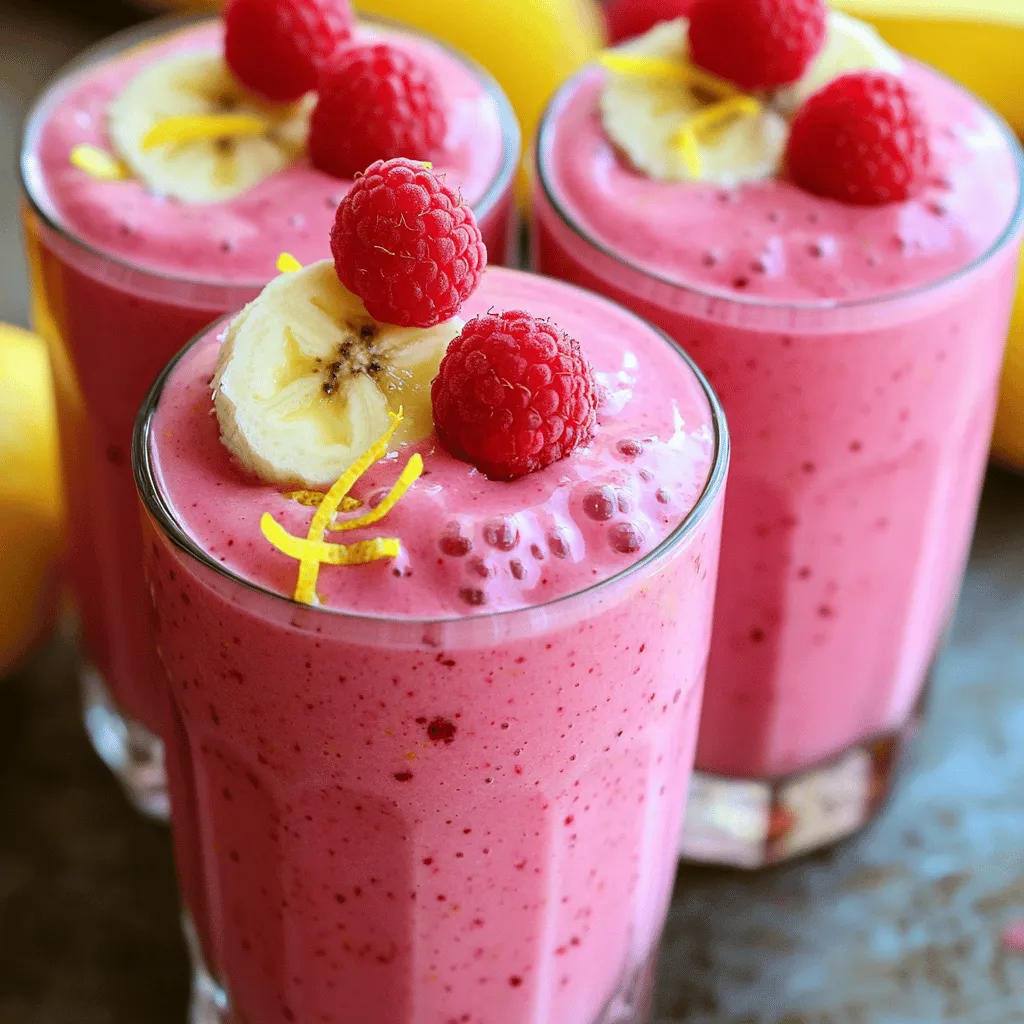 Für einen köstlichen Lemon Raspberry Smoothie benötigst du: - 1 Tasse frische Himbeeren (oder gefrorene, falls nicht verfügbar) - 1 reife Banane - 1 Tasse griechischer Joghurt (Vanille oder natur) - 1 Esslöffel Honig oder Ahornsirup (nach Geschmack anpassen) - 1 Esslöffel frischer Zitronensaft - Schale von 1 Zitrone - 1/2 Tasse Mandelmilch (oder Milch nach Wahl) - Eiswürfel (optional, für die gewünschte Konsistenz) Diese Zutaten sind einfach zu finden. Du kannst sie im Supermarkt oder auf dem Markt kaufen. Griechischer Joghurt bringt eine cremige Textur. Er sorgt auch für einen hohen Proteingehalt. Wenn du keinen griechischen Joghurt magst, kannst du normalen Joghurt verwenden. Der Geschmack wird etwas anders, aber immer noch lecker. Zitronensaft und Zitronenschale geben dem Smoothie einen frischen Kick. Sie sind wichtig für den spritzigen Geschmack. Wenn du keine Mandelmilch magst, probiere Sojamilch oder Hafermilch. Beide funktionieren gut. Du kannst auch andere Früchte verwenden. Zum Beispiel, probiere Erdbeeren oder Mango. Diese Alternativen geben dem Smoothie eine neue Note. Wenn du keinen Honig oder Ahornsirup hast, nutze Zucker oder Süßstoff. Achte darauf, die Süße nach deinem Geschmack anzupassen. Für das vollständige Rezept, schau dir die [Full Recipe] an. Die Vorbereitungszeit für diesen Smoothie beträgt nur fünf Minuten. Halte alle Zutaten bereit, bevor du startest. Du benötigst frische Himbeeren, eine Banane, griechischen Joghurt und Zitronen. Stelle sicher, dass die Banane reif ist, um die Süße zu verbessern. Wenn du gefrorene Himbeeren verwendest, lass sie kurz antauen. So wird die Mischung gleichmäßig und cremig. Beginne mit dem Mixer. Gib die frischen Himbeeren, die Banane und den griechischen Joghurt hinein. Füge den Honig oder Ahornsirup, frischen Zitronensaft und Zitronenschale hinzu. Gieße die Mandelmilch darüber. Wenn du eine dickere Konsistenz möchtest, füge einige Eiswürfel hinzu. Mixe alles auf hoher Stufe. Halte an und kratze die Seiten des Mixbehälters ab, falls nötig. Mixe weiter, bis die Mischung glatt und cremig ist. Probiere den Smoothie und passe die Süße nach deinem Geschmack an. Um den perfekten Smoothie zu bekommen, mixe in zwei Schritten. Mixe zuerst die festen Zutaten, dann füge die Flüssigkeit hinzu. Das hilft, alles gleichmäßig zu vermischen. Wenn dein Smoothie zu dick ist, füge etwas mehr Mandelmilch hinzu. Für eine kühle Erfrischung kannst du auch mehr Eiswürfel hinzufügen. Serviere den Smoothie sofort, um die Frische zu genießen. Vergiss nicht, ihn mit ganzen Himbeeren und Zitronenzesten zu garnieren. So sieht er noch besser aus! Wenn du mehr erfahren möchtest, sieh dir das Full Recipe an. Die Süße des Smoothies kann leicht angepasst werden. Fügen Sie mehr Honig oder Ahornsirup hinzu, wenn Sie es süßer mögen. Wenn Sie es weniger süß möchten, lassen Sie einfach den Süßstoff weg. Die Konsistenz können Sie mit der Menge an Mandelmilch einstellen. Für einen dickeren Smoothie fügen Sie weniger Milch hinzu. Für einen dünneren Smoothie geben Sie mehr Milch hinzu. Eiswürfel können auch helfen, die Konsistenz zu verändern. Frische Himbeeren sind ideal für diesen Smoothie, aber gefrorene sind auch gut. Achten Sie darauf, die Himbeeren vor dem Mixen gut zu waschen. Wählen Sie eine reife Banane, da sie die Süße und Cremigkeit erhöht. Die Zitrone sollte auch frisch sein, um den besten Geschmack zu erzielen. Wenn Sie experimentieren möchten, probieren Sie andere Beeren. Erdbeeren oder Blaubeeren können ebenfalls lecker sein. Die Präsentation macht viel aus. Füllen Sie den Smoothie in gekühlte Gläser. Garnieren Sie jeden Smoothie mit ganzen Himbeeren und einem Hauch Zitronenzesten. Dies sieht nicht nur toll aus, sondern bringt auch frische Aromen. Sie können auch Minzblätter hinzufügen für einen zusätzlichen Farbtupfer. Für besondere Anlässe können Sie sogar einen Schirmchen-Strohhalm verwenden, um den Drink aufzupeppen. {{image_4}} Wenn du eine vegane Version des Lemon Raspberry Smoothies machen möchtest, ist das einfach. Tausche den griechischen Joghurt gegen Kokosjoghurt aus. Er hat einen tollen Geschmack und macht den Smoothie cremig. Du kannst auch Agavendicksaft statt Honig verwenden. So bleibt der Smoothie rein pflanzlich. Diese Änderungen machen dein Getränk lecker und gesund. Für eine low-sugar Variante lasse den Honig oder Ahornsirup weg. Die Banane und die Himbeeren bringen genug natürliche Süße mit. Du kannst außerdem einen kleinen Spritzer Stevia hinzufügen, wenn du mehr Süße magst. So bleibt der Smoothie frisch und leicht, ohne zu viel Zucker. Um deinen Smoothie noch gesünder zu machen, füge Superfoods hinzu. Chiasamen sind eine großartige Wahl. Sie sind reich an Ballaststoffen und Omega-3-Fettsäuren. Ein Esslöffel reicht aus. Auch Spinat kann schön grün und gesund sein, ohne den Geschmack zu verändern. Ein Teelöffel Matcha-Pulver ist eine weitere gute Option. Es gibt deinem Smoothie einen Energieschub und einen einzigartigen Geschmack. Verpasse nicht die Gelegenheit, deine Variationen auszuprobieren! Du kannst viele neue Geschmäcker entdecken. Für das komplette Rezept, schau dir die [Full Recipe] an. Um den Lemon Raspberry Smoothie frisch zu halten, stelle ihn in den Kühlschrank. Verwende einen gut verschlossenen Behälter. So bleibt er bis zu zwei Tage genießbar. Denke daran, den Behälter vor dem Öffnen gut zu schütteln. Dadurch vermischt sich alles wieder gleichmäßig. Du kannst den Smoothie auch einfrieren. Fülle ihn dazu in Eiswürfelformen oder einen gefriergeeigneten Behälter. So hast du immer eine Portion bereit, wenn du Lust auf einen erfrischenden Snack hast. Zum Auftauen, lasse die Würfel einfach im Kühlschrank über Nacht stehen. Du kannst sie auch direkt in den Mixer geben, wenn du einen kalten Smoothie willst. Frische Zutaten bieten den besten Geschmack. Der Smoothie bleibt im Kühlschrank bis zu 48 Stunden frisch. Beim Einfrieren hält er bis zu drei Monate. Achte darauf, die Farbe und den Geruch zu prüfen, bevor du ihn genießt. Wenn er komisch riecht oder die Farbe verändert hat, ist es besser, ihn wegzuwerfen. Genieß den Lemon Raspberry Smoothie frisch für den besten Geschmack! Ein Lemon Raspberry Smoothie hat etwa 200 bis 250 Kalorien pro Portion. Diese Zahl kann je nach Zutaten leicht variieren. Die Banane und der griechische Joghurt tragen zur Kalorienzahl bei. Sie sind jedoch auch reich an Nährstoffen. Wenn du den Smoothie mit Honig oder Ahornsirup süßt, erhöht sich die Kalorienanzahl. Es ist wichtig, auf die Portionen zu achten, vor allem, wenn du auf deine Kalorienzufuhr achtest. Ja, du kannst gefrorene Himbeeren verwenden. Sie sind eine großartige Option, wenn frische Beeren nicht verfügbar sind. Gefrorene Himbeeren haben oft den gleichen Nährwert wie frische. Sie bringen eine kühle, erfrischende Textur in deinen Smoothie. Achte darauf, sie vorher nicht aufzutauen. So bleibt dein Smoothie schön kalt und dick. Das macht ihn besonders lecker an heißen Tagen. Ja, dieser Smoothie ist perfekt für Kinder. Er enthält gesunde Zutaten, die Kinder lieben. Die süße Banane und die frischen Himbeeren sorgen für einen tollen Geschmack. Der griechische Joghurt bietet zusätzliche Proteine, die wichtig für das Wachstum sind. Du kannst die Süße nach Bedarf anpassen. So bleibt der Smoothie für Kinder angenehm und lecker. Kinder können auch beim Mixen helfen, was das Kochen zu einem Spaß macht. Ein Lemon Raspberry Smoothie bietet erfrischenden Geschmack und gesunde Zutaten. Wir haben die Zutatenliste, Zubereitung und viele Tipps besprochen. Denk daran, deinen Smoothie nach deinem Geschmack anzupassen. Variiere die Süße oder füge Superfoods hinzu, um noch mehr Nährstoffe zu erhalten. Lagere deinen Smoothie im Kühlschrank oder friere ihn ein, um ihn länger genießen zu können. So bleibt der Genuss frisch und lecker. Mit diesen einfachen Tipps kannst du tolle Smoothies zaubern!