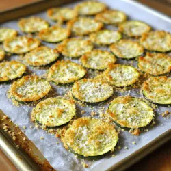- 2 mittelgroße Zucchini - 1 Tasse geriebener Parmesan-Käse - 1 Tasse Semmelbrösel - Knoblauchpulver, Zwiebelpulver, Oregano - Salz und Pfeffer - Olivenölspray - Backblech, Backpapier, Schüsseln, Schneidebrett Um die perfekten Crispy Zucchini Parmesan Chips zu machen, brauchst du einfache Zutaten. Zucchini sind frisch und knackig. Parmesan gibt den Chips einen tollen Geschmack. Semmelbrösel sorgen für die knusprige Textur. Für die Gewürze wähle Knoblauchpulver, Zwiebelpulver und Oregano. Diese Gewürze bringen viel Geschmack. Vergiss nicht, Salz und Pfeffer hinzuzufügen. So schmecken die Chips richtig gut. Du kannst auch Olivenölspray verwenden. Es hilft, die Chips schön knusprig zu machen. Für die Zubereitung brauchst du ein Backblech und Backpapier. Das Backpapier verhindert, dass die Chips ankleben. Schüsseln sind wichtig, um die Zutaten gut zu vermischen. Ein Schneidebrett ist hilfreich, um die Zucchini zu schneiden. Mit diesen Zutaten und Utensilien bist du bereit, die Chips zu machen. Du kannst das vollständige Rezept für weitere Details einsehen. Schneide die Zucchini in dünne Scheiben. Dünne Scheiben sorgen für eine knusprige Textur. Heize den Ofen auf 220°C vor. Ein vorgeheizter Ofen ist wichtig für die perfekte Bräunung. Vermenge die Semmelbrösel mit Knoblauchpulver, Zwiebelpulver, Oregano, Salz und Pfeffer in einer flachen Schüssel. Diese Mischung gibt den Chips viel Geschmack. In einer anderen Schüssel verquirlst du die Eier. Die Eier helfen, die Panade gut zu halten. Nimm eine Zucchinischeibe und tauche sie in die Eier. Lass überschüssige Flüssigkeit abtropfen. Wälze die Zucchinischeibe dann in der Semmelbrösel-Mischung. Drücke leicht, damit die Panade gut haftet. Platziere die panierten Zucchini-Chips auf einem mit Backpapier ausgelegten Blech. Sprühe die Chips leicht mit Olivenöl. So werden sie schön knusprig. Backe die Chips 20-25 Minuten lang. Wende sie nach der Hälfte der Zeit. So werden sie gleichmäßig goldbraun. Für das volle Rezept, schau dir die [Full Recipe] an. Um die perfekte Kruste zu erreichen, verwende Panko-Semmelbrösel. Sie machen die Chips extra knusprig. Panko hat eine grobere Textur als normale Semmelbrösel. Dies sorgt für eine tolle Knusprigkeit. Sprühe die Chips gleichmäßig mit Olivenölspray ein. So erhältst du eine gleichmäßige Bräunung und einen tollen Geschmack. Wende die Chips zur Hälfte der Backzeit. Dies stellt sicher, dass sie gleichmäßig braun werden. Wenn du sie nicht wendest, werden sie auf einer Seite zu dunkel. Achte darauf, die Chips sanft zu bewegen. So bleibt die Panade intakt und die Chips bleiben knusprig. Serviere die Zucchini-Chips mit Dips wie Knoblauch-Joghurt oder Salsa. Diese Dips bringen zusätzlichen Geschmack und machen den Snack noch besser. Denke daran, die Chips ansprechend zu präsentieren. Stelle sie in einem kleinen Korb oder auf einer schönen Servierplatte zur Schau. So wird dein Snack zum echten Hingucker. {{image_4}} Du kannst mit verschiedenen Käsesorten experimentieren. Cheddar bringt einen kräftigen Geschmack. Mozzarella macht die Chips schön zart. Vermische die Käsesorten für mehr Tiefe. Du kannst auch die Gewürzmischungen anpassen. Füge etwas Rauchpaprika oder italienische Kräuter hinzu. Diese kleinen Änderungen machen einen großen Unterschied im Geschmack. Möchtest du mehr Farben und Aromen? Füge Paprikastückchen oder Karotten hinzu. Diese Gemüse geben den Chips eine süße Note. Für einen scharfen Kick kannst du Chili-Flocken verwenden. Sie verleihen deinen Chips eine aufregende Würze. Denk daran, die Menge nach deinem Geschmack zu justieren. Wenn du eine pflanzliche Option suchst, ersetze die Eier. Pflanzenmilch oder Möhrensaft sind tolle Alternativen. Diese Optionen binden die Panade genauso gut. Verwende auch vegane Käsealternativen. Sie schmelzen gut und bieten einen leckeren Geschmack. Das macht deine Chips für alle genießbar. Um die Zucchini-Chips frisch zu halten, lagere sie in luftdichten Behältern. So bleiben sie knusprig. Ich empfehle, die Chips innerhalb von 2-3 Tagen zu essen. Danach verlieren sie ihre beste Textur und ihren Geschmack. Wenn du die Chips aufwärmen möchtest, nutze den Ofen. So bleiben sie knusprig. Heize den Ofen auf 180°C vor und backe sie für etwa 5-10 Minuten. Die Mikrowelle ist eine schnelle Alternative, aber die Chips werden weniger knusprig. Lagere die Chips im Kühlschrank, um die Frische zu bewahren. Du kannst sie auch einfrieren, wenn du sie länger aufbewahren möchtest. So bleiben sie für mehrere Wochen haltbar. Achte darauf, sie gut zu verpacken, damit sie nicht verbrennen. Die Zubereitung dauert etwa 15 Minuten. Die Backzeit beträgt 20 bis 25 Minuten. Insgesamt braucht man also etwa 40 Minuten. Es ist einfach und schnell. So kannst du leckere Snacks in kürzester Zeit genießen. Ja, du kannst die Chips im Airfryer machen. Die Zubereitung ist ähnlich. Lege die panierten Zucchini-Chips in den Airfryer. Stelle die Temperatur auf 200°C ein. Backe sie für etwa 15-20 Minuten. Überprüfe die Chips regelmäßig, um sicherzustellen, dass sie knusprig werden. Es gibt einige Gründe, warum die Chips nicht knusprig sind. Hier sind mögliche Fehler und Lösungen: - Zu viel Feuchtigkeit: Stelle sicher, dass die Zucchini gut abgetrocknet sind, bevor du sie paniert. - Zu dicke Scheiben: Schneide die Zucchini dünn, damit sie richtig knusprig werden. - Nicht genug Luftzirkulation: Lege die Chips in einer einzigen Schicht auf das Blech. Überlappende Chips werden nicht gleichmäßig knusprig. - Falsche Backtemperatur: Stelle sicher, dass der Ofen gut vorgeheizt ist, um die perfekte Textur zu erreichen. Wenn du diese Tipps beachtest, gelingen dir perfekt knusprige Zucchini-Chips! Du kannst das Rezept hier finden: [Full Recipe]. Zusammenfassend haben wir die Zutaten, die Zubereitung und hilfreiche Tipps für knusprige Zucchini-Chips besprochen. Denk daran, die Zucchini dünn zu schneiden und die Gewürze gut zu mischen. Verwende Panko für eine perfekte Kruste. Experimentiere mit verschiedenen Käsesorten und weiteren Zutaten für deinen eigenen Twist. Diese gesunden Snacks sind einfach zu machen und vielseitig. Lagere sie richtig, damit sie frisch bleiben. Viel Spaß beim Ausprobieren!