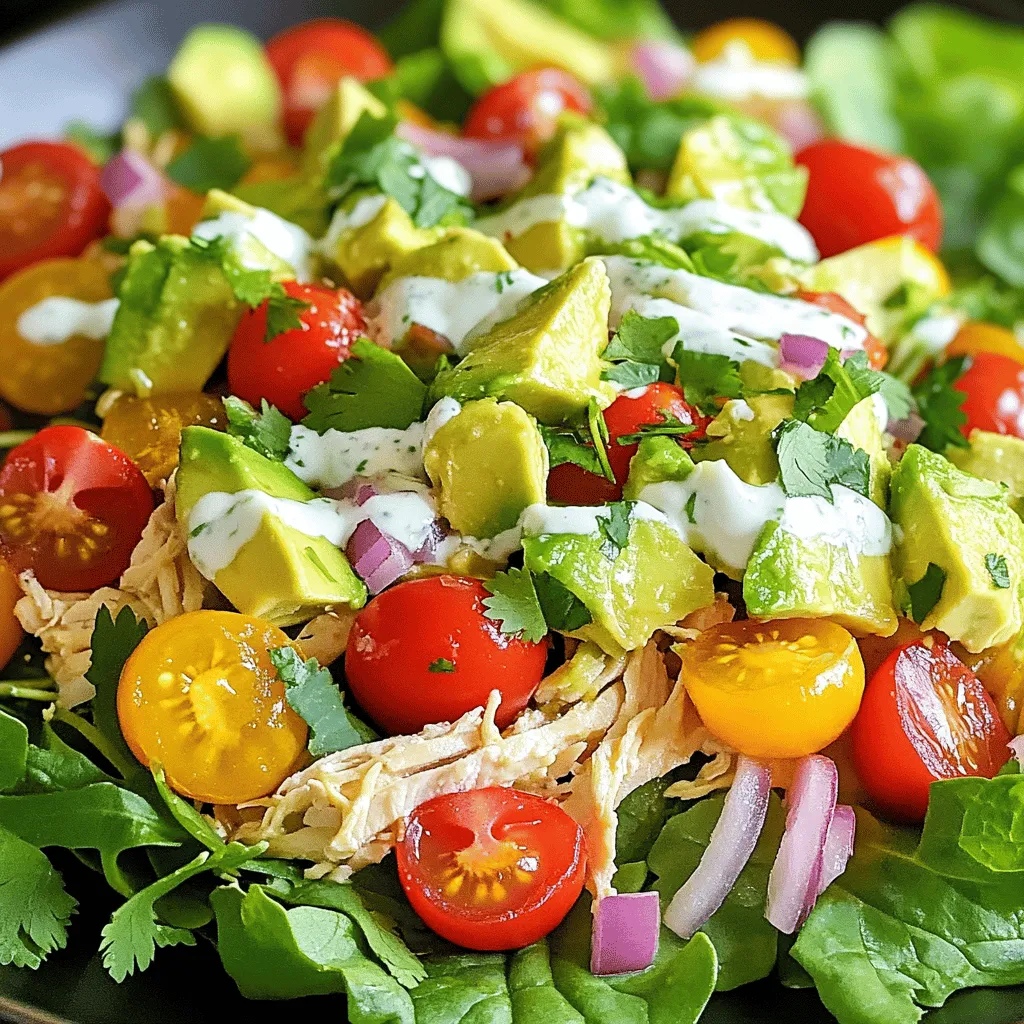 - 2 Tassen gekochte Hähnchenbrust, zerrupft - 1 reife Avocado, gewürfelt - 1/2 Tasse Kirschtomaten, halbiert - 1/4 Tasse rote Zwiebel, fein gehackt Die Hauptzutaten machen diesen Salat frisch und lecker. Gekochte Hähnchenbrust bringt viel Protein. Die Avocado gibt eine cremige Textur. Kirschtomaten sorgen für Süße und Farbe. Rote Zwiebel fügt einen knackigen Geschmack hinzu. - 1/4 Tasse griechischer Joghurt - 2 Esslöffel Limettensaft - 1 Esslöffel frischer Koriander, gehackt (optional) Das Dressing ist einfach und gesund. Griechischer Joghurt ist cremig und hat wenig Fett. Limettensaft gibt einen frischen, sauren Kick. Koriander bringt einen besonderen Geschmack, wenn du ihn magst. - Salz und Pfeffer nach Geschmack - Gemischter Salat zur Servierung Salz und Pfeffer sind wichtig, um den Geschmack zu heben. Du kannst den Salat auf einem Bett aus gemischtem Salat servieren. Das macht alles noch bunter und appetitlicher. Für das ganze Rezept schaue dir den [Full Recipe] an. - Zuerst nehme ich die gekochte Hähnchenbrust und zerrupfe sie in kleine Stücke. - Dann schneide ich die reife Avocado in Würfel. - Schließlich bereite ich das Gemüse vor. Ich halbiere die Kirschtomaten und hacke die rote Zwiebel fein. - In einer kleinen Schüssel vermische ich den griechischen Joghurt, den Limettensaft und den frischen Koriander. - Ich rühre alles gut um, bis eine glatte Creme entsteht. - Jetzt kombiniere ich alle Zutaten in einer großen Schüssel. - Ich gieße das Joghurtdressing gleichmäßig über die Hähnchen-Avocado-Mischung. - Vorsichtig hebe ich alles um, damit die Avocado nicht zerdrückt wird. - Zum Schluss würze ich den Salat mit Salz und Pfeffer nach Geschmack. - Ich richte den Salat auf einem Bett aus gemischtem grünem Salat an. Für das vollständige Rezept, schaue dir [Full Recipe] an. Eine reife Avocado hat eine leicht weiche Schale. Drücke sanft auf die Schale. Wenn sie sich leicht eindrücken lässt, ist sie perfekt. Achte darauf, dass die Farbe grün bis dunkelgrün ist. Vermeide braune Stellen, da diese oft überreif sind. Lagere Avocados bei Raumtemperatur, damit sie schön reifen. Wenn du eine Avocado schneller reifen möchtest, lege sie in eine Papiertüte mit einem Apfel. Der Apfel gibt ein Gas ab, das die Reifung beschleunigt. Das Dressing kann einfach angepasst werden. Wenn du keinen griechischen Joghurt magst, verwende Mayo. Veganern empfehle ich, veganen Joghurt auszuprobieren. Beide Optionen bringen einen cremigen Geschmack. Du kannst auch etwas Senf hinzufügen, um dem Dressing mehr Kick zu geben. Experimentiere mit verschiedenen Kräutern wie Dill oder Petersilie. Dadurch erhält der Salat immer wieder eine neue Note. Dieser Salat passt gut zu vielen Beilagen. Genieße ihn mit knusprigem Brot oder Tortilla-Chips. Auch ein frischer Gemüsesalat ist eine gute Wahl. Du kannst ihn als Füllung für Wraps oder Sandwiches verwenden. Probiere auch, ihn auf einem Bett aus Quinoa zu servieren. Das gibt dir eine tolle Textur und zusätzliche Nährstoffe. {{image_4}} Um deinem Avocado Chicken Salad mehr Geschmack zu geben, kannst du Feta-Käse oder Nüsse hinzufügen. Feta bringt eine salzige Note, die gut zur Avocado passt. Nüsse geben dem Salat einen schönen Crunch. Du kannst Mandeln, Walnüsse oder Cashews verwenden. Die Kombination macht den Salat noch leckerer und nahrhafter. Wenn du eine vegetarische Option suchst, ersetze das Hähnchen durch Kichererbsen. Kichererbsen sind proteinreich und super gesund. Sie fügen eine cremige Textur hinzu, ähnlich wie die Avocado. Verwende etwa zwei Tassen Kichererbsen. Das macht deinen Salat sättigend und voller Geschmack. Für eine asiatische Note kannst du Sojasauce oder Sesamöl verwenden. Diese Zutaten verleihen deinem Salat einen ganz anderen Geschmack. Ein Esslöffel Sojasauce reicht oft aus. Sesamöl gibt einen wunderbaren nussigen Geschmack. Mische diese Zutaten einfach mit dem Dressing. So wird dein Avocado Chicken Salad zu einem neuen Erlebnis. Für das gesamte Rezept und mehr Details besuche die Seite zum Full Recipe. Der Avocado Chicken Salad hält sich gut im Kühlschrank. Er bleibt frisch für etwa zwei bis drei Tage. Um die Frische zu sichern, lagere den Salat in einem luftdichten Behälter. Das schützt vor Luft und hält die Aromen zusammen. Wenn du die Avocado nicht zerdrücken möchtest, ist es am besten, sie erst kurz vor dem Servieren hinzuzufügen. So bleibt sie schön grün und cremig. Meal Prep ist einfach mit diesem Rezept. Teile den Salat in Portionen auf. Verwende kleine Behälter, die gut verschlossen sind. So hast du immer eine gesunde Option bereit. Du kannst die Hähnchenbrust und das Gemüse getrennt lagern. Das hält alles frisch und geschmackvoll. Wenn du bereit bist zu essen, mische alles zusammen und füge die Avocado hinzu. Reste des Salats können vielseitig genutzt werden. Du kannst ihn auf ein Sandwich legen oder zu Wraps hinzufügen. Auch in einem Omelett macht sich der Salat gut. Wenn du kreativ sein willst, mische ihn mit Quinoa für einen leckeren Salat. So schaffst du neue Gerichte mit den Resten. Der einfache Avocado Chicken Salad bleibt im Kühlschrank gut für 2 bis 3 Tage. Achte darauf, ihn in einem luftdichten Behälter zu lagern. So bleibt er frisch und lecker. Wenn du die Avocado jedoch nicht gleich isst, kann sie schnell braun werden. Um dies zu vermeiden, fügst du etwas Limettensaft hinzu. Dieser verhindert das Braunwerden und hält den Salat frisch. Ja, du kannst das Rezept einfach verdoppeln oder verdreifachen. Wenn du mehr Gäste hast, bereite einfach die Zutaten in der doppelten Menge zu. Denke daran, die Dressing-Zutaten ebenfalls zu erhöhen. So bleibt der Geschmack gleich. Du kannst auch die Hähnchenbrust oder die Avocado nach Belieben anpassen. Wenn du für eine große Gruppe kochst, stelle sicher, dass du genügend Platz in den Schüsseln hast. Ja, dieser Salat ist kalorienarm und nährstoffreich. Eine Portion hat ungefähr 300 Kalorien. Er enthält gesunde Fette aus der Avocado und Eiweiß aus der Hähnchenbrust. Der griechische Joghurt ersetzt schwere Dressings und macht den Salat leichter. Du kannst die Portionierung anpassen, um deine Kalorienzufuhr zu kontrollieren. So kannst du ihn in eine ausgewogene Ernährung einfügen. Du hast in diesem Blogbeitrag die wichtigsten Zutaten für einen leckeren Salat kennengelernt. Wir haben über Hähnchen, Avocado, Dressing und Gewürze gesprochen. Zudem gab es Tipps zu Reife und Variationen. Jetzt bist du bereit, deinen eigenen Salat zu machen. Denk daran, deine Zutaten frisch und gut zuzubereiten. Experimentiere mit Variationen und genieße dein Gericht. Viel Spaß beim Ausprobieren!