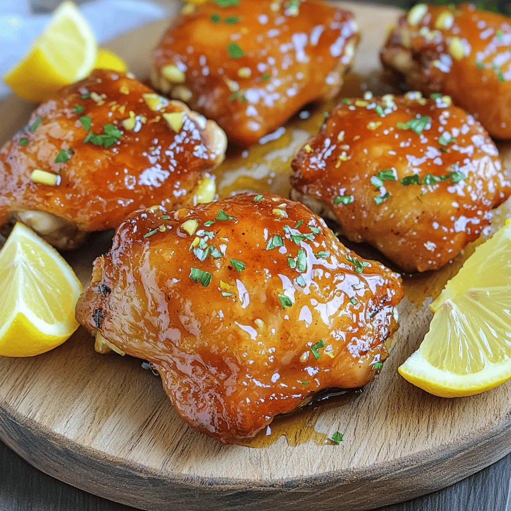 - 4 entbeinte Hähnchenschenkel oder Hähnchenbrustfilets - 3 Esslöffel Honig - 3 Esslöffel frischer Zitronensaft - 4 Knoblauchzehen, fein gehackt - 1 Esslöffel Olivenöl - 1 Teelöffel Sojasauce (reduzierter Salzgehalt) - 1 Teelöffel getrockneter Thymian - Salz und Pfeffer nach Geschmack - Frische Petersilie, gehackt (zum Garnieren) Ich liebe es, mit frischen Zutaten zu arbeiten. Die Hauptbestandteile sind einfach und lecker. Hähnchen ist vielseitig und passt gut zu Honig und Zitrone. Der Honig macht das Fleisch süß und zart. Der Zitronensaft bringt frische und Säure. Diese Mischung ist ein Traum. Für den aromatischen Teil verwenden wir Knoblauch. Er gibt dem Gericht einen tollen Geschmack. Olivenöl sorgt dafür, dass das Hähnchen beim Garen saftig bleibt. Sojasauce bringt umami und Tiefe. Die Gewürze sind einfach, aber wichtig. Thymian gibt einen feinen Geschmack. Salz und Pfeffer sind nötig, um alles gut abzurunden. Zum Garnieren nutzen wir frische Petersilie. Sie sieht nicht nur gut aus, sondern schmeckt auch frisch. Das ist die perfekte Mischung für mein Honig-Zitronen-Knoblauch-Hühnchen. Ich kann es kaum erwarten, dass du das Rezept ausprobierst. Sieh dir die vollständige Anleitung für die Zubereitung an, um köstliche Ergebnisse zu erzielen! Zuerst müssen wir die Marinade machen. Ich nehme eine kleine Schüssel. Dort gebe ich: - 3 Esslöffel Honig - 3 Esslöffel frischen Zitronensaft - 4 fein gehackte Knoblauchzehen - 1 Esslöffel Olivenöl - 1 Teelöffel Sojasauce - 1 Teelöffel getrockneten Thymian - Salz und Pfeffer nach Geschmack Ich vermenge die Zutaten gut mit einem Schneebesen. Die Mischung sollte glatt sein. Jetzt nehme ich die Hähnchenteile, entweder Hähnchenschenkel oder Brustfilets. Ich lege sie in einen wieder verschließbaren Beutel oder eine flache Schüssel. Dann gieße ich die Marinade darüber. Ich verschließe den Beutel oder decke die Schüssel ab. Das Hähnchen lasse ich mindestens 30 Minuten im Kühlschrank marinieren. Für mehr Geschmack kann ich es 1-2 Stunden marinieren. Während das Hähnchen mariniert, heize ich den Ofen auf 200°C vor. Es ist wichtig, dass der Ofen heiß ist, wenn das Hähnchen hinein kommt. Nach dem Marinieren nehme ich das Hähnchen aus der Marinade. Ich lege die Stücke in eine Auflaufform. Dann gieße ich die restliche Marinade gleichmäßig über das Hähnchen. Jetzt kommt das Hähnchen in den heißen Ofen. Ich backe es für 25-30 Minuten. Das Hähnchen ist fertig, wenn es eine innere Temperatur von 74°C erreicht hat. Nach dem Backen lasse ich es ein paar Minuten ruhen, bevor ich es serviere. Die Marinierzeit ist wichtig. Ich empfehle, das Hähnchen mindestens 30 Minuten zu marinieren. So zieht der Geschmack gut ein. Für einen intensiveren Geschmack können Sie das Hähnchen auch 1-2 Stunden marinieren. Dadurch werden die Aromen noch stärker. Um sicherzustellen, dass das Hähnchen gut durch ist, nutzen Sie ein Fleischthermometer. Die perfekte Temperatur ist 74°C. Bei dieser Temperatur ist das Hähnchen saftig und sicher zu essen. Legen Sie das Thermometer in die dickste Stelle des Hähnchens. So wissen Sie genau, wann es fertig ist. Die Präsentation macht viel aus. Servieren Sie das Honig-Zitronen-Hähnchen auf einer großen Platte. Dekorieren Sie es mit frischen Zitronenschnitzen und gehackter Petersilie. Das sieht nicht nur schön aus, sondern bringt auch zusätzliche Frische. Kombinieren Sie das Gericht mit gedämpftem Reis oder sautiertem Gemüse für eine tolle Mahlzeit. {{image_4}} Sie können mit verschiedenen Kräutern experimentieren. Rosmarin passt sehr gut zu diesem Rezept. Es gibt dem Hähnchen einen frischen Geschmack. Auch Thymian ist eine tolle Wahl. Wenn Sie eine andere Süße ausprobieren möchten, nehmen Sie Agavendicksaft. Dieser hat einen milden Geschmack und ersetzt Honig gut. Servieren Sie das Hähnchen mit gedämpftem Reis. Das bringt eine schöne Balance zum süßen Hähnchen. Sautiertes Gemüse ist ebenfalls eine gute Wahl. Es ergänzt die Aromen und macht das Gericht bunt. Ein frischer Salat rundet die Mahlzeit ab. Er bringt Frische und Knackigkeit ins Spiel. Grillen ist eine tolle Alternative zur Ofenmethode. Es gibt dem Hähnchen ein rauchiges Aroma. Einfach die marinierten Stücke auf den Grill legen und garen. Pfannenbraten ist eine schnelle Methode. Sie brauchen nur etwas Olivenöl in einer Pfanne. Braten Sie das Hähnchen goldbraun und gar. So bleibt es zart und saftig. Reste des Honig-Zitronen-Hähnchens müssen richtig gelagert werden. Ich empfehle, die Reste in einem luftdichten Behälter zu kühlen. So bleibt das Hähnchen frisch und behält seinen Geschmack. Im Kühlschrank ist das Hähnchen bis zu 3 Tage haltbar. Achte darauf, dass der Behälter gut verschlossen ist. So vermeidest du, dass das Hähnchen austrocknet oder Gerüche aufnimmt. Wenn du das Hähnchen länger aufbewahren möchtest, kannst du es einfrieren. Achte darauf, es in einem gefrierfesten Beutel oder Behälter zu lagern. So bleibt es bis zu 3 Monate frisch. Zum Auftauen lege das Hähnchen über Nacht in den Kühlschrank. Die optimale Marinierzeit beträgt 1-2 Stunden. So entwickelt das Hähnchen den besten Geschmack. Wenn du es länger mariniert, wird der Geschmack intensiver, was viele Leute lieben. Ja, die Marinade funktioniert gut mit Schweinefleisch oder Tofu. Du kannst sie anpassen, um verschiedene Geschmäcker zu erreichen. Es macht Spaß, mit verschiedenen Fleischsorten zu experimentieren. Wenn du keinen frischen Zitronensaft hast, kannst du konzentrierten Zitronensaft oder Zitronenabrieb verwenden. Diese Optionen geben dem Gericht auch einen tollen Geschmack. Achte darauf, die Menge anzupassen, um die Balance zu halten. Ideale Beilagen sind Reis, Quinoa oder ein einfacher grüner Salat. Diese Beilagen ergänzen das Hähnchen gut. Du kannst auch Gemüse hinzufügen, um die Mahlzeit bunter zu machen. Das Hähnchengericht wird durch einfache Marinade und frische Zutaten lebendig. Wir haben die Hauptbestandteile, aromatische Zutaten sowie Gewürze bearbeitet. Die Schritt-für-Schritt-Anleitung macht das Nachkochen leicht. Tipps zur Marinierzeit und Garstufe helfen dir, das Beste herauszuholen. Variiere mit Kräutern oder Beilagen, um neue Aromen zu entdecken. Denke daran, Reste richtig zu lagern, damit sie frisch bleiben. Mit diesen Tipps wird dein Hähnchen ein Hit!