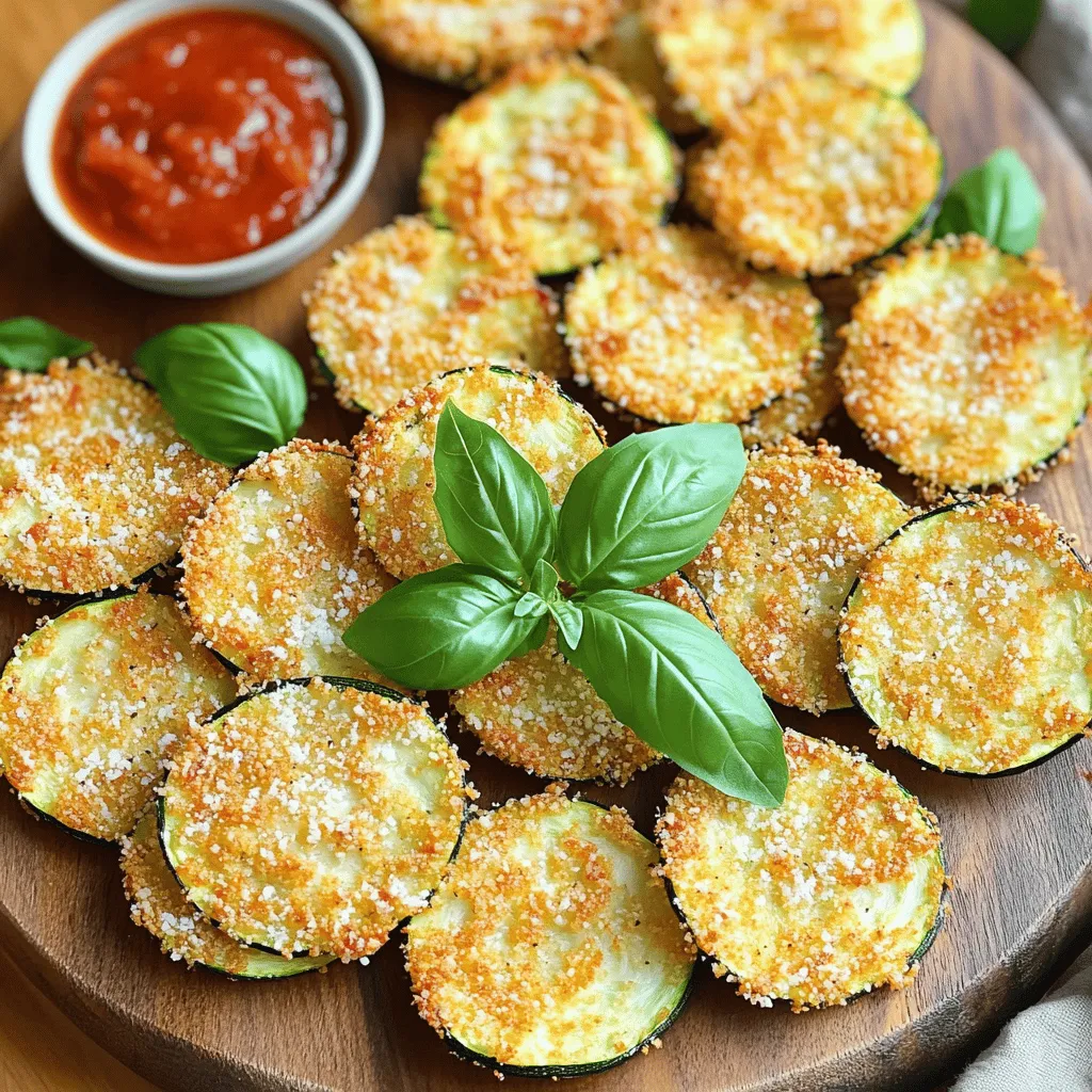 - 2 mittelgroße Zucchini - 1 Tasse Semmelbrösel (Panko für extra Crunch) - 1/2 Tasse geriebener Parmesan - 1 Teelöffel Knoblauchpulver - 1 großes Ei, verquirlt - Olivenöl-Spray Für diese knusprigen Zucchini-Parmesan-Chips sind die Zutaten einfach und lecker. Die Hauptzutat sind die Zucchini. Ich empfehle, frische Zucchini zu verwenden. Sie haben den besten Geschmack. Die Semmelbrösel sind wichtig. Ich bevorzuge Panko, weil sie eine extra knusprige Textur geben. Die Mischung aus geriebenem Parmesan und Knoblauchpulver sorgt für den perfekten Geschmack. Parmesan bringt eine salzige Note, die gut zu Zucchini passt. Das verquirlte Ei hilft, die Panade an den Zucchini zu halten. Olivenöl-Spray sorgt dafür, dass die Chips schön knusprig werden. Diese Zutaten sind einfach zu finden. Du kannst sie in jedem Supermarkt kaufen. Für die vollständige Zubereitung schau dir das Full Recipe an. - Schneide die Zucchini in dünne Scheiben. Dünne Scheiben sorgen für mehr Crunch. - Trockne die Zucchini gut ab. Nasse Zucchini machen die Chips weich. - Mische in einer Schüssel die Semmelbrösel, den Parmesan, Knoblauchpulver und Gewürze. - Nimm ein Ei und verquirle es in einer anderen Schüssel. - Tauche jede Zucchinischeibe zuerst in das Ei und dann in die Semmelbrösel-Mischung. - Drücke leicht darauf, damit die Panade gut haftet. - Stelle die Heißluftfritteuse auf 190°C (375°F) ein. - Lege die panierten Zucchini-Chips in einer einzigen Schicht in den Korb. - Sprühe etwas Olivenöl darauf für extra Crunch. - Frittiere die Chips für etwa 8-10 Minuten. Wende sie nach der Hälfte der Zeit. - Die Chips sind fertig, wenn sie goldbraun und knusprig sind. Für die vollständige Anleitung, schau dir das Full Recipe an. Um die beste Textur zu erreichen, benutze Panko-Semmelbrösel. Sie sind grober und machen die Chips knuspriger. Ein feinerer Brösel sorgt oft für weniger Crunch. Achte auch auf die Menge des Olivenöls. Ein leichtes Sprühen reicht aus. Zu viel Öl macht die Chips weich, nicht knusprig. Ein häufiger Fehler ist, den Frittierkorb zu überladen. Wenn die Chips übereinander liegen, bekommen sie nicht die nötige Luftzirkulation. Schneide die Zucchini gleichmäßig in dünne Scheiben. Dicke Stücke garen ungleichmäßig und werden nicht knusprig. Zu diesen Chips passen verschiedene Dips. Probiere Marinara oder einen Joghurt-Dip mit frischen Kräutern. Für die Präsentation serviere die Chips auf einem rustikalen Holztablett. Eine kleine Schale für den Dip macht das Ganze noch einladender. Mit frischen Basilikumblättern garniert, sieht es besonders schön aus. {{image_4}} Ich liebe es, mit verschiedenen Käsesorten zu experimentieren. Cheddar kann eine tolle Wahl sein. Er gibt den Chips einen intensiven, herzhaften Geschmack. Du kannst auch eine Mischung aus Käsesorten verwenden. Das sorgt für einen einzigartigen und köstlichen Geschmack. Probiere zum Beispiel Parmesan und Gouda zusammen. Die Kombination ist einfach lecker! Um die Chips aufregender zu machen, kannst du zusätzliche Gewürze hinzufügen. Paprika gibt den Chips eine schöne Schärfe. Wenn du es gerne würzig magst, versuche auch etwas Cayennepfeffer. Kräuter wie Oregano oder Thymian bringen mehr Frische in die Chips. Diese kleinen Änderungen machen den Snack noch besser. Zucchini ist nicht die einzige Wahl. Du kannst auch Auberginen oder Karotten verwenden. Diese Gemüse haben unterschiedliche Texturen und Geschmäcker. Sie lassen sich genauso gut panieren und frittieren. Kombiniere auch verschiedene Gemüsesorten. So hast du eine bunte Mischung auf deinem Teller. Es macht das Essen noch spannender und gesünder. Probiere die Full Recipe für mehr tolle Ideen! Um die Zucchini-Chips frisch zu halten, lege sie in einen luftdichten Behälter. So bleiben sie knusprig. Du kannst auch ein Papiertuch in den Behälter legen. Das hilft, die Feuchtigkeit aufzusaugen. Die Chips halten sich im Kühlschrank etwa drei bis vier Tage. Wenn du sie länger aufbewahren willst, solltest du sie lieber einfrieren. Um die Zucchini-Chips wieder knusprig zu machen, erwärme sie in der Heißluftfritteuse. Stelle die Temperatur auf 160°C (320°F) ein. Frittiere sie für etwa fünf Minuten. So bleiben sie lecker und frisch. Du kannst auch den Ofen nutzen, aber die Heißluftfritteuse ist schneller und effektiver. Um die Chips einzufrieren, lege sie auf ein Backblech. Achte darauf, dass sie sich nicht berühren. Friere sie etwa zwei Stunden ein. Danach kannst du sie in einen Gefrierbeutel packen. Dies verhindert, dass sie zusammenkleben. Beachte, dass die Textur beim Auftauen weicher werden kann. Es ist am besten, sie frisch zu genießen. Wenn du die Chips wieder aufwärmst, werden sie knuspriger. Diese Tipps helfen dir, die besten Ergebnisse zu erzielen. Hol dir die vollständige Anleitung mit dem Full Recipe! Die Zucchini-Chips brauchen etwa 8-10 Minuten in der Heißluftfritteuse. Ich empfehle, sie zur Hälfte der Zeit umzudrehen. So bräunen sie gleichmäßig und werden schön knusprig. Stellen Sie sicher, dass Sie die Chips in einer einzigen Schicht auslegen. Wenn sie übereinander liegen, können sie nicht richtig frittieren. Ja, Sie können Zucchini-Chips ohne Ei machen. Eine gute Option ist, die Zucchini in Pflanzenmilch zu tauchen. Danach wälzen Sie sie in der Semmelbröselmischung. Sie können auch eine Mischung aus Wasser und Leinsamen verwenden. Diese veganen Alternativen funktionieren gut und geben den Chips trotzdem guten Halt. Um knusprige Chips zu bekommen, verwenden Sie Panko-Semmelbrösel. Diese sind luftiger und sorgen für mehr Crunch. Sprühen Sie auch Olivenöl gleichmäßig über die Chips, bevor Sie sie frittieren. Achten Sie darauf, die Zucchini dünn zu schneiden. Dünnere Scheiben werden leichter knusprig. Wenn Sie diese Tipps befolgen, genießen Sie perfekte Zucchini-Chips. Für das vollständige Rezept schauen Sie sich die Anleitung an. Zucchini-Chips sind einfach und lecker. Wir haben die Hauptzutaten wie Zucchini, Semmelbrösel und Parmesan besprochen. Ich gab euch eine Schritt-für-Schritt-Anleitung zum Panieren und Frittieren. Wichtige Tipps helfen euch, Fehler zu vermeiden und die besten Ergebnisse zu erzielen. Variationen mit verschiedenen Käsesorten und Gewürzen erweitern eure Möglichkeiten. Denkt daran, die Chips richtig zu lagern. So bleibt die Knusprigkeit erhalten. Viel Spaß beim Ausprobieren dieser knusprigen Snacks!