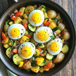 - 2 mittelgroße Zucchini - 1 große Kartoffel - 1 Paprika - 1 kleine rote Zwiebel - 2 Esslöffel Olivenöl - 1 Teelöffel geräucherter Paprika - Salz und Pfeffer - 4 große Eier - Frische Petersilie zur Garnitur Um ein tolles Zucchini Frühstück Hash zu machen, benötigst du frische, einfache Zutaten. Beginne mit zwei mittelgroßen Zucchini. Diese Zucchini geben deinem Gericht eine schöne Textur. Dann nimm eine große Kartoffel. Sie sorgt für mehr Fülle und macht das Frühstück sättigend. Füge eine Paprika hinzu. Du kannst jede Farbe wählen, also nimm die, die dir am besten gefällt. Eine kleine rote Zwiebel bringt süßen Geschmack und Farbe ins Spiel. Für den Geschmack brauchst du auch Gewürze. Zwei Esslöffel Olivenöl geben deinem Hash eine gesunde Basis. Ein Teelöffel geräucherter Paprika bringt einen feinen, rauchigen Geschmack mit. Vergiss nicht, Salz und Pfeffer nach Geschmack hinzuzufügen. Um das Gericht zu vervollständigen, schlage vier große Eier in das Gemüse. Diese Eier machen das Frühstück schön und proteinreich. Schließlich garniere das Hash mit frischer Petersilie. Diese bringt Farbe und Frische. Mit diesen Zutaten bist du bereit für ein leckeres Zucchini Frühstück Hash! Für das vollständige Rezept, schau dir den Link an. - Zucchini, Kartoffeln und Gemüse würfeln. - Knoblauch hacken und Zwiebel fein schneiden. Zuerst würfeln Sie zwei mittelgroße Zucchini und eine große Kartoffel. Die Zucchini gibt dem Gericht Frische. Die Kartoffel sorgt für einen herzhaften Biss. Nehmen Sie eine Paprika Ihrer Wahl und eine kleine rote Zwiebel. Schneiden Sie alles in kleine Stücke. Das sorgt für gleichmäßiges Garen. Hacken Sie zwei Knoblauchzehen fein. Das gibt Geschmack und Aroma. - Kartoffeln in Olivenöl anbraten. - Gemüse hinzufügen und dünsten. Erhitzen Sie zwei Esslöffel Olivenöl in einer großen Pfanne. Fügen Sie die gewürfelten Kartoffeln hinzu. Braten Sie sie 5 bis 7 Minuten an. Sie sollten weich und goldbraun werden. Rühren Sie gelegentlich um, damit sie nicht kleben. Geben Sie nun das gewürfelte Gemüse in die Pfanne. Dünsten Sie alles für weitere 5 Minuten. Das Gemüse sollte zart und farbenfroh sein. Fügen Sie dann den gehackten Knoblauch und einen Teelöffel geräucherten Paprika hinzu. Kochen Sie alles für eine weitere Minute. - Eier in Vertiefungen im Hash schlagen. - Pfanne abdecken und Eier garen. Formen Sie vier kleine Vertiefungen im Hash. Schlagen Sie in jede Vertiefung ein Ei. Streuen Sie eine Prise Salz und Pfeffer auf die Eier. Decken Sie die Pfanne mit einem Deckel ab. Kochen Sie alles für 5 bis 7 Minuten. Die Eiweiße sollten fest werden, während die Eigelbe flüssig bleiben. Länger kochen, wenn Sie feste Eigelbe mögen. Nehmen Sie die Pfanne vom Herd und garnieren Sie das Gericht mit frischer Petersilie. Für das vollständige Rezept schauen Sie sich das Zucchini Frühstück Hash an. Richtiges Garen der Eier Um die Eier perfekt zu garen, ist Timing wichtig. Achte darauf, dass das Eiweiß fest ist, aber das Eigelb flüssig bleibt. Decke die Pfanne ab, um die Hitze zu halten. Nach etwa 5-7 Minuten sind die Eier ideal. Du kannst die Garzeit anpassen, wenn du lieber festere Eigelbe magst. Tipps für das richtige Anbraten der Kartoffeln Brate die gewürfelten Kartoffeln in Olivenöl bei mittlerer Hitze. Rühre sie regelmäßig um, um eine gleichmäßige Bräunung zu erreichen. Nach 5-7 Minuten sollten sie weich und goldbraun sein. So erhält dein Zucchini Frühstück Hash die richtige Textur. Verwendung von buntem Gemüse Buntes Gemüse macht das Gericht ansprechender. Nutze verschiedene Paprika und Zucchini, um Farben zu mixen. Das sieht nicht nur gut aus, sondern bringt auch mehr Geschmack. Frische Zutaten sind der Schlüssel! Garnituren für ansprechende Präsentation Garnituren machen viel aus. Frische Petersilie bringt einen tollen Kontrast. Du kannst auch ein paar Chilipulver dazugeben. Das gibt dem Gericht mehr Farbe und Geschmack. Serviere das Zucchini Frühstück Hash auf einem großen Teller für einen schönen Look. {{image_4}} Für eine vegetarische Variante des Zucchini Frühstück Hash können Sie einfach mehr Gemüse hinzufügen. Zum Beispiel passt Spinat sehr gut dazu. Auch Pilze oder Tomaten bringen tollen Geschmack. Sie können die Eier durch Tofu ersetzen, um das Gericht vegan zu machen. Tofu gibt die nötige Textur und Protein. Einfach den Tofu zerbröseln und in die Pfanne geben, wenn das Gemüse fast fertig ist. Wenn Sie mehr Protein möchten, fügen Sie Wurst oder Schinken hinzu. Diese Zutaten geben dem Gericht einen herzhaften Kick. Braten Sie die Wurst oder den Schinken zuerst an, bevor Sie das Gemüse hinzufügen. Alternativ können Sie knusprigen Speck als Topping verwenden. Braten Sie den Speck separat an und streuen Sie ihn über das fertige Hash. Das verleiht dem Gericht einen wunderbaren, rauchigen Geschmack. Um die Reste des Zucchini Frühstück Hash richtig zu lagern, lege sie in einen luftdichten Behälter. So bleiben die Aromen und die Frische erhalten. Du solltest die Reste innerhalb von drei bis vier Tagen essen. Das ist die maximale Haltbarkeit, damit das Gericht gut schmeckt. Die beste Methode zum Aufwärmen ist die Pfanne. Erhitze die Reste bei mittlerer Hitze. Füge einen kleinen Schuss Wasser hinzu, um das Gemüse feucht zu halten. So bleibt es saftig und gut im Geschmack. Du kannst auch die Mikrowelle nutzen. Decke die Schüssel mit einem feuchten Tuch ab, um die Feuchtigkeit zu halten. Achte darauf, die Reste nicht zu lange zu erhitzen, damit sie nicht austrocknen. Die Zubereitung dauert insgesamt 25 Minuten. - Vorbereitungszeit: 10 Minuten - Kochzeit: 15 Minuten Diese Zeit reicht aus, um das Zucchini Frühstück Hash frisch und lecker zuzubereiten. Ja, du kannst das Rezept im Voraus zubereiten. - Tipps zur Vorbereitung: - Koche das Zucchini Frühstück Hash und lasse es abkühlen. - Lagere die Reste in einem luftdichten Behälter im Kühlschrank. - Es bleibt bis zu drei Tage frisch. Für eine schnelle Mahlzeit kannst du es einfach aufwärmen. Zu diesem herzhaften Frühstücksgericht passen viele Beilagen gut. - Empfohlene Begleitungen: - Avocado-Scheiben - Rösti oder Toast - Frischer Obstsalat - Joghurt mit Honig Diese Optionen machen dein Frühstück noch bunter und schmackhafter. Du kannst das vollständige Rezept für das Zucchini Frühstück Hash [hier finden](#). Das Zucchini Frühstück Hash verbindet einfache Zutaten zu einem schmackhaften Gericht. Wir haben die Hauptzutaten wie Zucchini, Kartoffeln und Paprika besprochen. Außerdem haben wir die Zubereitung Schritt für Schritt erläutert, damit du es leicht nachkochen kannst. Vergiss nicht die Tipps für perfekte Eier und ansprechende Farbakzente. Variiere mit Gemüse oder füge mehr Protein hinzu. Lagere Reste richtig für die nächste Mahlzeit. Dieses Rezept ist einfach, lecker und bringt Farbe auf deinen Tisch. Probier es aus und genieße dein Frühstück!