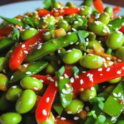 Für die Würzige Knoblauch-Edamame-Pfanne brauchen Sie einige wichtige Zutaten: - 2 Tassen geschälte Edamame (frisch oder gefroren) - 1 Esslöffel Sesamöl - 3 Knoblauchzehen, fein gehackt - 1 Esslöffel frischer Ingwer, fein gehackt - 1 rote Paprika, in Streifen geschnitten - 1 Tasse Zuckerschoten - 1-2 Esslöffel Sojasauce (geringer Natriumgehalt) - 1 Esslöffel Chilipaste (nach Geschmack anpassen) - 1 Teelöffel Honig oder Agavensirup - 2 Frühlingszwiebeln, gehackt - Sesamsamen zum Garnieren - Frischer Koriander zur Garnierung (optional) Diese Zutaten sorgen für einen tollen Geschmack und eine bunte Präsentation. Zusätzlich zu den Hauptzutaten können Sie einige Aromen hinzufügen: - Knoblauch und Ingwer bringen Wärme und Tiefe. - Chilipaste sorgt für die richtige Schärfe. - Honig oder Agave fügt eine süße Note hinzu. - Sojasauce bringt Umami und einen salzigen Geschmack. Diese Aromen machen das Gericht spannend und lecker. Sie können die Zutaten leicht anpassen: - Verwenden Sie Brokkoli oder Karotten für mehr Farbe. - Fügen Sie Tofu oder Hühnchen hinzu für mehr Protein. - Ersetzen Sie Sojasauce durch Tamari für eine glutenfreie Option. Es gibt viele Möglichkeiten, um die Würzige Knoblauch-Edamame-Pfanne nach Ihrem Geschmack zu gestalten. Wenn Sie mehr über die Zubereitung erfahren möchten, schauen Sie sich das Full Recipe an. Zuerst musst du die Edamame vorbereiten. Wenn du gefrorene Edamame benutzt, koche sie in einem Topf mit kochendem Wasser. Lass sie 3-5 Minuten köcheln, bis sie weich sind. Dann gieße das Wasser ab und stelle die Edamame beiseite. Frische Edamame sind auch eine tolle Wahl. Sie brauchen weniger Zeit zum Garwerden. Nimm eine große Pfanne oder einen Wok. Erhitze das Sesamöl bei mittlerer Hitze. Wenn das Öl heiß ist, füge den gehackten Knoblauch und den Ingwer hinzu. Brate sie 1-2 Minuten an, bis sie einen herrlichen Duft abgeben. Achte darauf, dass sie nicht anbrennen. Jetzt kommt das Gemüse. Gib die geschnittene rote Paprika und die Zuckerschoten in die Pfanne. Brate alles 3-4 Minuten an. Das Gemüse sollte weich, aber noch knackig bleiben. So bleibt der Geschmack frisch und lebendig. Füge die vorbereiteten Edamame in die Pfanne. Gieße die Sojasauce, die Chilipaste und den Honig oder Agavensirup darüber. Mische alles gut durch, damit die Aromen sich verbinden. Brate das Ganze für weitere 2-3 Minuten. So werden die Edamame durchwärmt und genießen den Geschmack. Nimm die Pfanne vom Herd. Bestreue die Edamame-Pfanne mit den gehackten Frühlingszwiebeln und den Sesamsamen. Wenn du magst, kannst du auch frischen Koriander hinzufügen. Serviere die Pfanne warm in kleinen Schalen. So sieht das Gericht lecker aus und du kannst es sofort genießen. Du findest die vollständige Zubereitung im [Full Recipe]. Die Würzige Knoblauch-Edamame-Pfanne ist perfekt für Meal Prep. Sie können die Zutaten im Voraus schneiden. Bereiten Sie eine große Menge zu und teilen Sie sie in Portionen auf. So haben Sie gesunde Mahlzeiten für die Woche. Lagern Sie die fertige Pfanne in luftdichten Behältern im Kühlschrank. Das spart Zeit und Aufwand an hektischen Tagen. Jeder hat einen anderen Geschmack. Passen Sie die Schärfe nach Ihren Vorlieben an. Verwenden Sie weniger Chilipaste, wenn Sie es mild mögen. Für mehr Feuer fügen Sie einfach mehr hinzu. Sie können auch frische Chilischoten verwenden. Dies gibt der Pfanne eine andere Note. Experimentieren Sie mit verschiedenen Varianten. So finden Sie den perfekten Schärfegrad für sich. Edamame gibt es frisch oder gefroren. Beide Optionen sind lecker und gesund. Wenn Sie frische Edamame verwenden, kochen Sie sie kurz in Wasser. Gefrorene Edamame sind schnell und einfach. Sie können sie direkt in die Pfanne geben. Beide Sorten liefern viel Protein und Ballaststoffe. Wählen Sie, was Ihnen am besten gefällt. So gestalten Sie Ihre Pfanne nach Ihrem Geschmack. Für das komplette Rezept schauen Sie sich die [Full Recipe] an. {{image_4}} Diese Edamame-Pfanne ist von Natur aus vegetarisch und vegan. Sie verwendet keine tierischen Produkte. Genießen Sie die gesunden Fette aus dem Sesamöl. Für mehr Geschmack können Sie Tofu hinzufügen. Tofu bringt Protein und macht das Gericht noch herzhafter. Fügen Sie mehr Gemüse hinzu, um das Gericht bunter zu machen. Brokkoli, Karotten oder Champignons eignen sich gut. Diese Gemüsesorten bieten nicht nur Farbe, sondern auch verschiedene Nährstoffe. Experimentieren Sie mit dem, was Sie mögen oder was gerade Saison hat. Um das Gericht zu einer vollwertigen Mahlzeit zu machen, fügen Sie Proteinquellen hinzu. Gegrilltes Hähnchen oder Garnelen passen perfekt. Auch Quinoa ist eine tolle Option. Es ist gesund und gibt Ihnen Energie. So bleibt die Würzige Knoblauch-Edamame-Pfanne nahrhaft und sättigend. Für die gesamte Zubereitung und Zutaten schauen Sie in das [Full Recipe]. Um die Edamame-Pfanne frisch zu halten, lassen Sie sie zuerst abkühlen. Füllen Sie die abgekühlte Mischung in einen luftdichten Behälter. So bleibt der Geschmack erhalten. Sie können die Pfanne bis zu drei Tage im Kühlschrank lagern. Um die Edamame-Pfanne wieder aufzuwärmen, nutzen Sie eine Pfanne oder die Mikrowelle. Erhitzen Sie sie bei mittlerer Hitze. Fügen Sie einen Spritzer Wasser hinzu, um das Austrocknen zu verhindern. So bleibt das Gemüse knackig und frisch. Im Kühlschrank hält die Pfanne bis zu drei Tage. Wenn Sie sie länger aufbewahren möchten, frieren Sie sie ein. In einem gefrierfesten Behälter hält sie bis zu einem Monat. Achten Sie darauf, die Pfanne gut zu verpacken, um Gefrierbrand zu vermeiden. Ja, die Würzige Knoblauch-Edamame-Pfanne ist glutenfrei, wenn du glutenfreie Sojasauce verwendest. Normale Sojasauce enthält Weizen. Also, achte darauf, eine glutenfreie Option zu wählen. Das macht das Gericht sicher für Menschen mit Glutenunverträglichkeit. Du kannst die Chilipaste nach deinem Geschmack ändern. Wenn du es schärfer magst, füge mehr hinzu. Für weniger Schärfe, nimm einfach weniger. Fang mit einem Esslöffel an und taste dich langsam vor. So kannst du die perfekte Schärfe für dich finden. Ja, frische Edamame zu schälen ist einfach. Nimm die Schoten und drücke leicht, um die Bohnen herauszudrücken. Es macht Spaß und die frischen Bohnen schmecken besser. Wenn du gefrorene Edamame verwendest, sind sie bereits geschält. Die Würzige Knoblauch-Edamame-Pfanne passt gut zu vielen Beilagen. Reis ist eine gute Wahl. Du kannst auch Quinoa oder einen frischen Salat servieren. Diese Beilagen ergänzen die Aromen und machen die Mahlzeit rund. Die Reste der Edamame-Pfanne halten sich gut im Kühlschrank. Du kannst sie bis zu drei Tage aufbewahren. Stelle sicher, dass du sie in einem luftdichten Behälter aufbewahrst. Zum Aufwärmen, benutze die Mikrowelle oder eine Pfanne, um sie warm zu genießen. Die Würzige Knoblauch-Edamame-Pfanne ist einfach zuzubereiten und sehr lecker. Wir haben die Hauptzutaten, Varianten und viele Tipps besprochen. Diese Pfanne ist perfekt für Meal Prep und lässt sich gut anpassen. Du kannst sie vegetarisch oder vegan gestalten und mit frischem Gemüse bereichern. Am Ende hast du ein gesundes Gericht, das leicht aufzubewahren ist. Probiere es aus und finde deine Lieblingsversion. Es wird dir bestimmt schmecken!