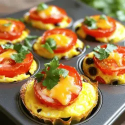 Um Tex Mex Eiers Muffins zu machen, brauchst du einige frische Zutaten. Hier ist die Liste der Hauptzutaten: - 6 große Eier - 1 Tasse Kirschtomaten, halbiert - 1 Paprika (rot oder grün), gewürfelt - 1 kleine rote Zwiebel, fein gehackt - 1 Tasse gekochte schwarze Bohnen, abgetropft und gespült - 1 Tasse geriebener Cheddar Käse Diese Zutaten geben den Muffins ihre leckere Textur und den tollen Geschmack. Die Eier sind die Basis und sorgen für eine schöne Konsistenz. Kirschtomaten und Paprika bringen Frische und Farbe. Schwarze Bohnen fügen Protein hinzu. Die richtigen Gewürze machen den Unterschied. Für diese Muffins benötigst du: - 1/2 Teelöffel Knoblauchpulver - 1/2 Teelöffel Kreuzkümmel - Salz und Pfeffer nach Geschmack Knoblauchpulver gibt einen würzigen Kick. Kreuzkümmel bringt einen warmen, erdigen Geschmack. Diese Gewürze ergänzen die anderen Zutaten perfekt. Wähle möglichst frische Zutaten aus. Achte darauf, dass die Eier frisch sind. Bio-Eier sind oft besser in Geschmack und Qualität. Die Tomaten sollten reif und saftig sein. Für die Paprika wähle eine mit glatter Haut und ohne Flecken. Für den Käse ist frischer, hochwertiger Cheddar ideal. Achte auch darauf, dass die Bohnen gut abgetropft sind, um die Muffins nicht zu wässrig zu machen. Wenn du die besten Zutaten wählst, schmecken deine Muffins noch besser. Die gesamte Zubereitung und die genauen Schritte findest du im Full Recipe. Heize deinen Ofen auf 375°F (190°C) vor. Dies sorgt für ein gleichmäßiges Backen. Fette eine Muffinform mit Kochspray oder Olivenöl ein. So bleiben die Muffins nicht kleben. Achte darauf, alle Förmchen gut einzufetten, damit das Herausnehmen leicht geht. Nimm eine große Rührschüssel und schlage sechs Eier auf. Verquirle die Eier gut. Füge dann das Knoblauchpulver, Kreuzkümmel, Salz und Pfeffer hinzu. Rühre alles gut um. Dadurch bekommt die Mischung tollen Geschmack. Die Gewürze sind wichtig für das Tex Mex Aroma. Achte darauf, dass die Würze gleichmäßig verteilt ist. Jetzt kommt der spannende Teil! Gib die halbierten Kirschtomaten, die gewürfelte Paprika, die gehackte Zwiebel und die schwarzen Bohnen in die Eimischung. Rühre alles gut um, bis es gut vermischt ist. Es ist wichtig, dass jeder Bissen voll von Geschmack ist. Füge dann die Hälfte des geriebenen Cheddar Käses hinzu. Rühre nochmals um. Jetzt ist deine Mischung bereit für die Muffinförmchen. Gieße sie gleichmäßig hinein. Fülle jedes Förmchen etwa zu 3/4. Streue den restlichen Käse oben drauf. Sieht das nicht gut aus? Für die vollständige Anleitung und weitere Tipps, schau dir das Full Recipe an. Um die Tex Mex Egg Muffins perfekt zu backen, heize zuerst deinen Ofen auf 375°F (190°C) vor. Achte darauf, dass die Muffinform gut gefettet ist. Das verhindert das Ankleben. Die ideale Backzeit liegt bei 18-20 Minuten. Die Muffins sind fertig, wenn sie fest und leicht goldbraun sind. Teste sie mit einem Zahnstocher. Wenn er sauber herauskommt, sind sie perfekt! Ein häufiges Problem ist, dass die Muffins nicht aufgehen. Das kann passieren, wenn die Eier nicht gut geschlagen sind. Achte darauf, sie gleichmäßig zu verquirlen. Ein weiteres Problem sind trockene Muffins. Das passiert oft, wenn du sie zu lange backst. Halte die Zeit genau ein. Wenn die Muffins zu dunkel sind, senke die Ofentemperatur. Du kannst die Tex Mex Egg Muffins leicht anpassen. Ersetze die Kirschtomaten durch Zucchini oder Spinat für einen anderen Geschmack. Probiere auch verschiedene Käsesorten, wie Feta oder Gouda. Du kannst zusätzlich proteinreiche Zutaten hinzufügen, wie Schinken oder Tofu. So bleibt das Rezept spannend und lecker! Für die vollständige Rezeptanleitung schaue dir das [Full Recipe] an. {{image_4}} Diese Muffins können einfach vegetarisch gemacht werden. Lass das Fleisch weg und füge mehr Gemüse hinzu. Du kannst Spinat, Zucchini oder Pilze verwenden. Das gibt den Muffins eine frische Note. Wenn du magst, kannst du auch Avocado hinzufügen. Das macht die Muffins cremiger und gesünder. Cheddar ist toll, aber warum nicht andere Käsesorten probieren? Du kannst Gouda, Feta oder Monterey Jack verwenden. Jeder Käse bringt seinen eigenen Geschmack. Experimentiere ruhig! Du kannst sogar scharfen Käse nehmen, wenn du es würziger magst. So machst du die Muffins noch interessanter. Um die Muffins noch nahrhafter zu machen, füge proteinreiche Zutaten hinzu. Kichererbsen sind eine gute Wahl. Sie machen die Muffins sättigender. Auch Tofu ist eine tolle Option. Zerkleinere ihn und mische ihn unter die Eier. So bekommst du mehr Eiweiß und eine neue Textur. Für das volle Rezept, schau dir die komplette Anleitung an! Tex Mex Eiers Muffins sind einfach lecker und sehr vielseitig. Um den besten Geschmack zu erhalten, lagere die Muffins in einem luftdichten Behälter. So bleiben sie frisch und saftig. Du kannst sie bei Raumtemperatur bis zu drei Tage aufbewahren. Wenn du sie länger lagern möchtest, empfehle ich, sie im Kühlschrank zu lagern. Dort halten sie sich bis zu einer Woche. Das Einfrieren ist eine tolle Option. Du kannst die Muffins nach dem Abkühlen in einen Gefrierbeutel legen. Achte darauf, die Luft so gut wie möglich herauszudrücken, um Gefrierbrand zu vermeiden. Auf diese Weise bleiben sie bis zu drei Monate frisch. Um sie wieder aufzuwärmen, kannst du sie einfach im Ofen oder in der Mikrowelle erhitzen. Bei 180°C im Ofen sind sie in etwa 10 Minuten bereit. In der Mikrowelle dauert es nur 1-2 Minuten. So hast du immer einen schnellen Snack zur Hand! Die Haltbarkeit der Tex Mex Eiers Muffins hängt von der Lagerung ab. Bei richtiger Lagerung kannst du die Muffins bis zu einer Woche im Kühlschrank genießen. Wenn du sie im Gefrierfach hast, kannst du sie sogar bis zu drei Monate aufbewahren. Achte darauf, die Muffins vor dem Verzehr gut zu prüfen. Wenn sie unangenehm riechen oder die Textur sich verändert hat, solltest du sie nicht mehr essen. So bleibst du sicher und kannst die leckeren Muffins genießen! Tex Mex Eiers Muffins brauchen etwa 18-20 Minuten im Ofen. Die genaue Zeit hängt von deinem Ofen ab. Du erkennst, dass sie fertig sind, wenn sie fest sind und eine goldene Oberfläche haben. Ein Zahnstocher sollte sauber herauskommen, wenn du ihn in die Mitte steckst. Ja, du kannst die Muffins im Voraus zubereiten. Bereite sie einfach wie im Rezept beschrieben vor. Du kannst sie dann im Kühlschrank lagern. Sie bleiben bis zu 3 Tage frisch. Wenn du sie aufwärmen willst, lege sie einfach in die Mikrowelle oder den Ofen. Tex Mex Eiers Muffins sind nahrhaft und lecker. Sie bieten eine gute Mischung aus Eiweiß und Ballaststoffen. Eine Portion hat etwa 120 Kalorien. Sie enthalten auch gesunde Fette aus dem Käse und den Bohnen. Diese Muffins sind voll mit Vitaminen durch das Gemüse. Sie sind eine tolle Wahl für ein gesundes Frühstück oder einen Snack. Tex Mex Eiers Muffins sind eine tolle Wahl für einen schnellen Snack oder ein Frühstück. Wir haben die Hauptzutaten und die besten Gewürze besprochen. Die Schritt-für-Schritt-Anleitung macht das Backen einfach. Außerdem sind Tipps und Variationen hilfreich, um diese Muffins nach deinem Geschmack zu gestalten. Denke daran, die Muffins richtig zu lagern, um die Frische zu bewahren. Mit diesen Informationen kannst du jetzt leckere Tex Mex Eiers Muffins zubereiten, die jeder mögen wird. Probiere sie aus und genieße!