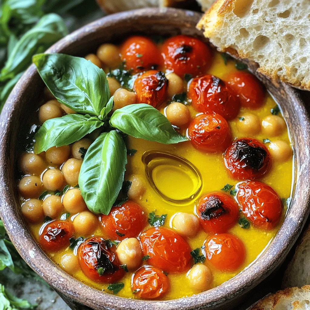 - 500 g Kirschtomaten, halbiert - 1 Dose (450 g) Kichererbsen, abgetropft und abgespült - 1 mittelgroße Zwiebel, gewürfelt - 3 Zehen Knoblauch, gehackt Die Hauptzutaten machen diese Suppe voll von Geschmack. Die Kirschtomaten bringen eine süße Note, die beim Rösten noch besser wird. Kichererbsen fügen eine cremige Textur und Protein hinzu. Zwiebel und Knoblauch sorgen für ein herzhaftes Aroma. - 1 Esslöffel Olivenöl - 1 Teelöffel Balsamico-Essig - Salz und Pfeffer nach Geschmack - Rote Pfefferflocken (optional, für Schärfe) Mit Olivenöl und Balsamico-Essig verleihst du der Suppe Tiefe. Salz und Pfeffer heben den Geschmack hervor. Rote Pfefferflocken geben einen kleinen Kick, wenn du es scharf magst. - 125 g frische Basilikumblätter, gehackt Basilikum ist das Herzstück dieser Suppe. Seine frischen Blätter bringen ein tolles Aroma. Sie sorgen für einen frischen, grünen Geschmack, der die gerösteten Tomaten wunderbar ergänzt. Für das vollständige Rezept schau dir die [Full Recipe](#) an. Heize deinen Ofen auf 200°C vor. Das ist wichtig, um die Tomaten gut zu rösten. Wenn du Umluft benutzt, stelle die Temperatur auf 180°C ein. Gib die halbierten Kirschtomaten auf ein Backblech. Vermenge sie mit dem Olivenöl, Salz und Pfeffer. Achte darauf, dass sie gleichmäßig verteilt sind. Das Rösten bringt den süßen Geschmack der Tomaten hervor. Röste die Tomaten für etwa 25-30 Minuten. Sie sollten aufploppen und leicht karamelisiert sein. In einem großen Topf erhitze etwas Olivenöl bei mittlerer Hitze. Füge die gewürfelte Zwiebel und den gehackten Knoblauch hinzu. Dünste sie bis die Zwiebel glasig wird. Das dauert etwa 5 Minuten. So entfaltet sich der Geschmack. Jetzt ist es Zeit, die Kichererbsen hinzuzufügen. Gib die gerösteten Tomaten und die Kichererbsen in den Topf. Brate diese Mischung für weitere 2-3 Minuten an. Das gibt der Suppe mehr Geschmack. Gieße die Gemüsebrühe und den Balsamico-Essig in den Topf. Lass die Suppe aufkochen. Simmere sie dann etwa 10-15 Minuten. Das hilft, die Aromen gut zu verbinden. Verwende einen Pürierstab, um die Suppe nach Belieben zu pürieren. Du kannst sie glatt oder stückig lassen. Mische die gehackten Basilikumblätter unter. Schmecke die Suppe mit Salz, Pfeffer und roten Pfefferflocken ab. Lass sie 5 Minuten köcheln, damit sie gut durchwärmt wird. Für die vollständige Anleitung schau dir das Rezept an: [Full Recipe]. Um die perfekte Konsistenz zu erreichen, püriere die Suppe nach deinem Geschmack. Du kannst sie ganz glatt machen oder stückig lassen. Wenn du eine dickere Suppe magst, püriere nur einen Teil der Mischung. Das gibt dir eine tolle Textur. Ein Pürierstab ist hier sehr praktisch. Achte darauf, die Suppe nicht zu lange zu pürieren, wenn du Stücke behalten möchtest. Um den Geschmack zu verbessern, füge weitere Kräuter hinzu. Rosmarin oder Thymian passen gut zu dieser Suppe. Frische Kräuter geben der Suppe mehr Tiefe. Du kannst auch etwas Zitronensaft für eine frische Note hinzufügen. Experimentiere mit verschiedenen Kräutern, um dein Lieblingsaroma zu finden. Serviere die Suppe in schönen Schalen. Ein Spritzer Olivenöl oben drauf macht sie besonders. Frisches Basilikum als Garnierung sieht toll aus und schmeckt gut. Dazu passt rustikales Brot hervorragend. So kann jeder dippen und genießen. Du kannst auch geröstete Kichererbsen als Topping verwenden. Sie geben einen knusprigen Biss. Wenn du mehr Ideen brauchst, schau dir das [Full Recipe] an. {{image_4}} Wenn du eine vegane Suppe machen willst, lasse einfach den Balsamico-Essig weg. Diese Zutat gibt einen süßen Geschmack. Ohne sie bleibt die Suppe leicht und frisch. Du kannst stattdessen einen Spritzer Zitronensaft verwenden. Das bringt eine andere, köstliche Note. Füge mehr Gemüse oder Hülsenfrüchte hinzu, um die Suppe anzupassen. Zum Beispiel passen Karotten oder Sellerie gut dazu. Sie bringen mehr Textur und Nährstoffe. Auch andere Hülsenfrüchte wie Linsen oder schwarze Bohnen sind lecker. Diese machen die Suppe noch sättigender und bunter. Für eine schärfere Suppe kannst du Chili oder andere Gewürze nutzen. Füge frische Chilis oder Chili-Pulver hinzu. Diese geben der Suppe mehr Hitze und Geschmack. Experimentiere mit Gewürzen wie Kreuzkümmel oder Paprika. So findest du die perfekte Balance zwischen mild und scharf. Die Suppe bleibt im Kühlschrank frisch. Fülle sie in einen luftdichten Behälter. Lass die Suppe abkühlen, bevor du sie hinein gibst. So bleibt der Geschmack gut erhalten. Die Suppe hält sich bis zu fünf Tage im Kühlschrank. Wenn du die Suppe länger aufbewahren willst, friere sie ein. Verwende gefriersichere Behälter oder Zip-Lock-Beutel. Lass dabei etwas Platz, da sich die Suppe beim Gefrieren dehnt. So verhinderst du Risse im Behälter. Du kannst die Suppe auch in Portionen einfrieren. So kannst du sie bei Bedarf schnell auftauen und genießen. Im Gefrierschrank bleibt die Suppe bis zu drei Monate frisch. Achte darauf, sie gut zu beschriften. So weißt du, was drin ist und wann du sie eingefroren hast. Nach dem Auftauen, erwärme die Suppe langsam auf dem Herd. Rühre gut um, damit sie gleichmäßig warm wird. Du kannst sie nach Belieben mit frischem Basilikum verfeinern. Du kannst die Suppe bis zu fünf Tage im Kühlschrank aufbewahren. Stelle sicher, dass sie in einem luftdichten Behälter ist. Wenn du die Suppe länger lagern willst, friere sie einfach ein. Das hilft, den Geschmack und die Frische zu bewahren. Wenn du sie aufwärmst, mache das langsam auf dem Herd oder in der Mikrowelle. Rühre gut um, damit sie gleichmäßig warm wird. Ja, du kannst Kichererbsen selbst kochen! Nimm getrocknete Kichererbsen und weiche sie über Nacht in Wasser ein. Am nächsten Tag, spüle sie ab und koche sie in frischem Wasser. Lasse sie etwa 1 bis 2 Stunden köcheln, bis sie weich sind. Du erkennst, dass sie fertig sind, wenn du sie leicht mit einer Gabel zerdrücken kannst. So hast du frische Kichererbsen für die Suppe. Diese Suppe schmeckt toll mit frischem Brot. Ein rustikales Baguette oder Ciabatta passt perfekt. Du kannst auch einen frischen Salat dazu servieren. Ein grüner Salat mit einem leichten Dressing ergänzt die Aromen der Suppe. Für ein Getränk empfehle ich einen trockenen Weißwein oder einfaches Wasser mit Zitrone. Diese Suppe ist einfach, lecker und gesund. Die Kombination aus Kirschtomaten und Kichererbsen macht das Gericht besonders nahrhaft. Ich habe die Schritte klar beschrieben, damit du sie leicht nachkochen kannst. Tipps zur perfekten Konsistenz helfen dir, das Gericht nach deinem Geschmack anzupassen. Variationen geben dir die Freiheit, das Rezept zu ändern. Ob frisch serviert oder aufbewahrt, diese Suppe bleibt köstlich. Ich lade dich ein, die verschiedenen Möglichkeiten auszuprobieren und deine eigene Note hinzuzufügen. Koche, genieße und teile die Freude an diesem Gericht!